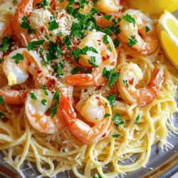 Für ein einfaches und leckeres Shrimp Scampi benötigst du folgende Hauptzutaten: - 450 g große Garnelen, geschält und entdarmt - 225 g Linguine oder Spaghetti - 60 g ungesalzene Butter - 60 ml Olivenöl - 4 Knoblauchzehen, fein gehackt - 1 Teelöffel rote Chiliflocken (nach Geschmack anpassen) - 1 Zitrone, abgerieben und ausgepresst - 60 ml frische Petersilie, gehackt - Salz und Pfeffer nach Geschmack - Geriebener Parmesan (optional zum Servieren) Mit diesen Zutaten bereitest du schnell ein schmackhaftes Gericht zu. Jedes Element trägt zur Gesamtaroma bei. Die Garnelen bringen einen feinen Geschmack, während der Knoblauch und die Zitrone Frische hinzufügen. Um deinem Shrimp Scampi den letzten Schliff zu geben, kannst du diese optionalen Zutaten nutzen: - Frische Zitronenscheiben - Mehr gehackte Petersilie - Geriebener Parmesan Diese Garnierungen sorgen nicht nur für einen schönen Look, sondern auch für zusätzlichen Geschmack. Frische Zutaten machen das Gericht ansprechender und einladender. Wenn du frische Garnelen kaufst, achte auf folgende Punkte: - Farbe: Frische Garnelen sollten eine lebendige Farbe haben. - Geruch: Sie sollten angenehm und nach Meer riechen, nicht fischig. - Konsistenz: Die Garnelen sollten fest und nicht matschig sein. Wähle Garnelen, die klar und glänzend sind. Wenn du diese Tipps befolgst, hast du die besten Garnelen für dein Shrimp Scampi. Sie sind der Schlüssel zu einem gelungenen Gericht und machen den Unterschied. Um die Pasta perfekt zu kochen, bringe einen großen Topf mit gesalzenem Wasser zum Kochen. Füge dann die Linguine oder Spaghetti hinzu. Koche die Nudeln gemäß der Verpackungsanweisung, bis sie al dente sind. Dies dauert in der Regel 8 bis 10 Minuten. Vergiss nicht, 240 ml des Nudelwassers aufzuheben, bevor du die Pasta abgießt. Das Wasser hilft später, die Sauce zu binden. Erhitze in einer großen Pfanne bei mittlerer Hitze die Butter und das Olivenöl. Sobald das Fett heiß ist, füge den fein gehackten Knoblauch und die roten Chiliflocken hinzu. Rühre etwa 30 Sekunden lang, bis der Knoblauch duftet. Dann erhöhe die Hitze auf mittelhoch und gib die Garnelen in die Pfanne. Brate die Garnelen 2 bis 3 Minuten lang an, bis sie rosa und durchscheinend sind. Würze sie mit Salz und Pfeffer, um den Geschmack zu intensivieren. Senk die Hitze auf mittel und füge die gekochte Pasta zu den Garnelen in der Pfanne hinzu. Gieße das aufbewahrte Nudelwasser, den Zitronensaft und die Zitronenschale dazu. Vermenge alles vorsichtig und erhitze die Mischung für eine weitere Minute. Zum Schluss nimm die Pfanne vom Herd und rühre die gehackte Petersilie ein. Passe die Gewürze nach Belieben an. Wenn du magst, streue etwas geriebenen Parmesan darüber. Für weitere Details, schau dir das Full Recipe an. Um die perfekte Pasta für Shrimp Scampi zu machen, koche sie al dente. Das bedeutet, dass die Nudeln fest, aber nicht hart sein sollten. Bring einen großen Topf mit gesalzenem Wasser zum Kochen. Achte darauf, genügend Wasser zu verwenden. Füge die Linguine oder Spaghetti hinzu und koche sie gemäß der Verpackungsanweisung. Das Nudelwasser ist wichtig, um die Sauce später zu binden. Bewahre etwa 240 ml davon auf, bevor du die Pasta abgießt. Garnelen kochen schnell. Achte darauf, sie nicht zu lange in der Pfanne zu lassen. Brate die Garnelen für 2-3 Minuten an, bis sie rosa und durchscheinend sind. Wenn sie zu lange kochen, werden sie gummiartig. Halte die Hitze auf mittelhoch, damit sie gleichmäßig garen. Wenn du sie aus der Pfanne nimmst, achte darauf, dass sie noch leicht glänzen. So bleiben sie zart und saftig. Um den Geschmack zu verbessern, füge einige einfache Zutaten hinzu. Knoblauch ist ein Muss für Shrimp Scampi. Er gibt der Sauce Tiefe. Rote Chiliflocken bringen etwas Schärfe. Die Zitrone sorgt für Frische und Balance. Du kannst auch frische Petersilie hinzufügen, um Farbe und Geschmack zu verstärken. Zögere nicht, mit den Mengen zu experimentieren. So findest du die perfekte Mischung, die deinem Geschmack entspricht. {{image_4}} Sie können Shrimp Scampi mit Gemüse aufpeppen. Fügen Sie zum Beispiel Zucchini oder Paprika hinzu. Diese Gemüse bringen Farbe und Nährstoffe. Schneiden Sie das Gemüse in kleine Stücke und braten Sie es mit dem Knoblauch an. So bleibt es knackig und frisch. Das Gemüse ergänzt die Garnelen perfekt und macht das Gericht noch leckerer. Wenn Sie glutenfrei essen möchten, gibt es viele Nudeln, die gut passen. Sie können Zucchini-Nudeln oder Reisnudeln verwenden. Diese Alternativen sind leicht und gesund. Kochen Sie sie nach Packungsanleitung und folgen Sie dann dem Rezept wie gewohnt. So genießen Sie ein leckeres Gericht ohne Gluten. Eine spannende Variante ist die asiatische Note. Fügen Sie Sojasauce und Sesamöl hinzu. Diese Zutaten geben dem Gericht ein ganz neues Aroma. Mischen Sie die Sojasauce mit dem Zitronensaft. Das sorgt für eine tolle Balance zwischen süß und salzig. Garnieren Sie mit Frühlingszwiebeln und Sesam. So wird Ihr Shrimp Scampi zu einem besonderen Erlebnis. Probieren Sie diese Variationen aus und entdecken Sie neue Geschmäcker! Sie machen Ihr Shrimp Scampi noch interessanter und vielseitiger. Shrimp Scampi bleibt im Kühlschrank etwa 2 bis 3 Tage frisch. Stelle sicher, dass du es in einem luftdichten Behälter aufbewahrst. So bleibt der Geschmack erhalten und die Garnelen bleiben saftig. Du kannst Shrimp Scampi auch einfrieren. Es hält sich bis zu 3 Monate im Gefrierfach. Achte darauf, es in einem gefrierfesten Behälter oder Beutel zu lagern. So verhinderst du Gefrierbrand und erhältst die Qualität. Um Shrimp Scampi aufzuwärmen, nutze eine Pfanne. Füge etwas Wasser oder Brühe hinzu, um die Feuchtigkeit zu halten. Erhitze es bei niedriger Hitze, damit die Garnelen nicht zäh werden. Rühre gelegentlich um, bis alles warm ist. Für besten Geschmack genieße es frisch zubereitet. Wenn du mehr über die Zubereitung erfahren möchtest, schau dir das [Full Recipe](#) an. Shrimp Scampi stammt ursprünglich aus Italien. Es ist ein einfaches Gericht, das frische Garnelen mit Knoblauch, Butter und Pasta kombiniert. Die Idee kam von der italienischen Küste, wo frische Meeresfrüchte beliebt sind. In den USA wurde das Gericht berühmt. Hier fügen viele Menschen Pasta hinzu, um eine vollwertige Mahlzeit zu schaffen. Diese Kombination macht es zu einem Favoriten in vielen Haushalten. Ja, gefrorene Garnelen sind eine gute Wahl. Sie sind oft frisch gefangen und schnell eingefroren. Das hilft, den Geschmack zu bewahren. Achte darauf, sie rechtzeitig aufzutauen. Es ist am besten, sie über Nacht im Kühlschrank auftauen zu lassen. Alternativ kannst du sie in kaltem Wasser auftauen. So kannst du schnell mit der Zubereitung von deinem Shrimp Scampi beginnen. Eine gute Menge Pasta pro Person sind etwa 56 bis 85 Gramm. Das hängt vom Hunger ab. Wenn du viele Beilagen hast, reicht weniger Pasta. Wenn du nur Shrimp Scampi servierst, plane mehr. Achte darauf, die Pasta al dente zu kochen. So bleibt sie bissfest und schmeckt besser. Diese Menge sorgt dafür, dass jeder satt wird und die Aromen gut zur Geltung kommen. Shrimp Scampi ist einfach und lecker. Wir haben die besten Zutaten, Tipps und Schritt-für-Schritt-Anleitungen besprochen. Von der Auswahl frischer Garnelen bis zur perfekten Pasta-Konsistenz, diese Punkte helfen Ihnen sicher weiter. Variationen wie Gemüse und glutenfreie Optionen machen das Gericht spannend. Achten Sie auf Aufbewahrungshinweise, um den Geschmack zu erhalten. Genießen Sie Ihr Shrimp Scampi und bringen Sie Freude in Ihre Küche!