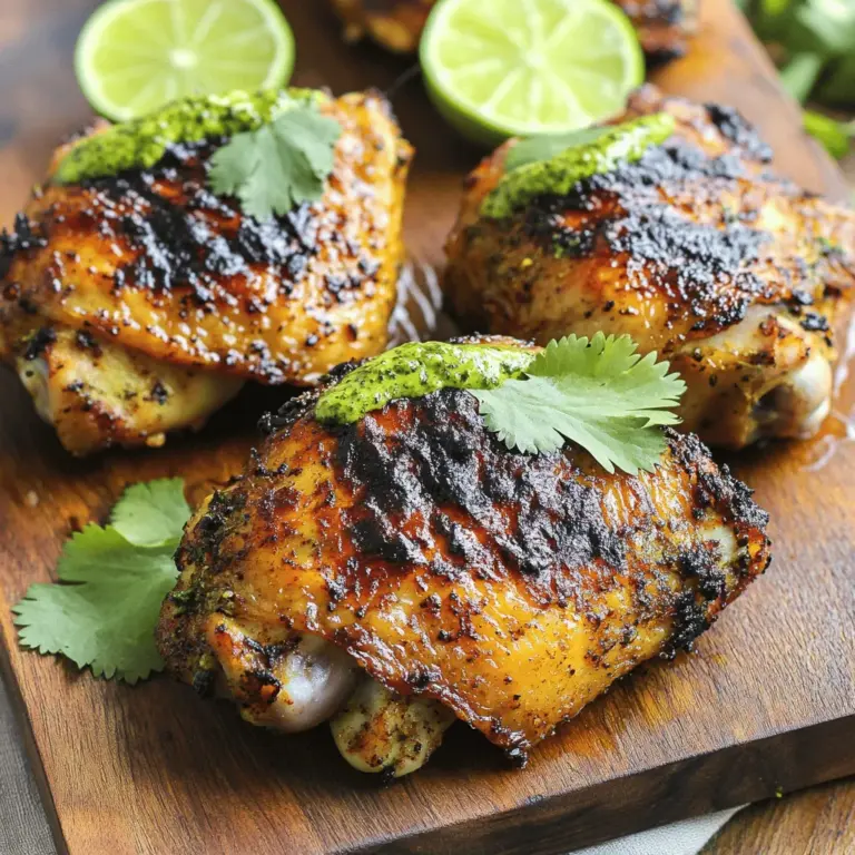 - 4 Hühnerschenkel, mit Knochen und Haut - 4 Knoblauchzehen, fein gehackt - 2 Teelöffel Paprika - 1 Teelöffel Kreuzkümmel - 1 Teelöffel getrockneter Oregano - Saft von 2 Limetten - 2 Esslöffel Olivenöl - Salz und Pfeffer nach Geschmack Die Hauptzutaten für das Huhn sind einfach zu finden. Ich benutze gerne frische Hühnerschenkel. Sie geben mehr Geschmack. Der Knoblauch bringt Würze. Paprika und Kreuzkümmel sorgen für Tiefe. Oregano fügt eine Kräuternote hinzu. Limettensaft gibt eine frische Säure. Olivenöl macht alles saftig. - 1 Tasse frische Korianderblätter - 1 Jalapeño, entkernt - 1/2 Tasse Mayonnaise - 1/4 Tasse Sauerrahm - 1 Esslöffel Limettensaft - 1 Esslöffel Weißweinessig - 1/2 Teelöffel Salz Für die Aji Verde Sauce sind die Zutaten spannend. Koriander ist frisch und aromatisch. Jalapeño bringt eine leichte Schärfe. Mayonnaise und Sauerrahm machen die Sauce cremig. Limettensaft und Essig fügen etwas Säure hinzu. Diese Kombination ist perfekt für das Huhn. - 1 Teelöffel getrockneter Oregano - Saft von 2 Limetten - 1 Esslöffel Weißweinessig Gewürze sind der Schlüssel zum Geschmack. Oregano ist ein Muss in vielen Gerichten. Limettensaft bringt Frische. Essig hilft, die Aromen zu verbinden. Diese Gewürze machen das Gericht lebendig und lecker. Für das volle Rezept, schauen Sie sich das [Full Recipe] an. Mariniere das Huhn für besten Geschmack. Du brauchst eine große Schüssel. Mische den gehackten Knoblauch, Paprika, Kreuzkümmel, Oregano, Limettensaft, Olivenöl, Salz und Pfeffer. Lege die Hühnerschenkel in die Marinade. Stelle sicher, dass das Huhn gut bedeckt ist. Decke die Schüssel ab. Lass das Huhn mindestens eine Stunde marinieren. Besser ist es, wenn du es über Nacht im Kühlschrank lässt. So können die Aromen gut einziehen. Du kannst das Huhn entweder grillen oder im Ofen garen. Wenn du grillst, heize den Grill vor. Stelle die Hitze auf mittlere bis hohe Temperatur. Grill das Huhn mit der Hautseite nach unten. Grill es für 15 bis 20 Minuten auf jeder Seite. Die Innentemperatur sollte 75°C erreichen. Wenn du den Ofen nutzt, heize ihn auf 220°C vor. Lege das Huhn auf ein Backblech. Brate das Huhn 35 bis 40 Minuten lang, bis es goldbraun ist. Bereite die Aji Verde Sauce vor, während das Huhn gart. Du brauchst einen Mixer. Gib Koriander, Jalapeño, Mayonnaise, Sauerrahm, Limettensaft, Essig und Salz in den Mixer. Mixe die Zutaten, bis die Sauce glatt ist. Überprüfe die Konsistenz. Sie sollte cremig, aber nicht zu dick sein. Schmecke die Sauce ab und passe die Gewürze an. Stelle die Sauce beiseite, bis das Huhn fertig ist. Für das gesamte Rezept besuche [Full Recipe]. Für die Marinade ist die Zeit wichtig. Ich empfehle, das Huhn mindestens eine Stunde zu marinieren. So nehmen die Hühnerschenkel die Aromen besser auf. Am besten funktioniert es, wenn du das Huhn über Nacht im Kühlschrank lässt. So wird das Fleisch zart und saftig. Beide Zubereitungsmethoden haben ihre Vorteile. Beim Grillen erhält das Huhn ein tolles Raucharoma. Es ist schneller und macht Spaß. Achte darauf, die Hautseite nach unten zu grillen. Die Ofenmethode ist einfacher in der Handhabung. Du musst nicht auf die Temperatur achten. Das Huhn wird gleichmäßig gar. Es wird auch knusprig, wenn du den Grillmodus am Ofen nutzt. Serviere das Huhn mit verschiedenen Beilagen. Gekochte Kartoffeln oder ein frischer Salat passen gut dazu. Du kannst das Huhn auf einem großen Teller anrichten. Die Aji Verde Sauce kann direkt über das Huhn oder in einer Schale daneben serviert werden. Das sieht schön aus und macht das Essen noch leckerer. {{image_4}} Du kannst das Rezept für Peruanisches Huhn mit grüner Sauce ganz nach deinem Geschmack anpassen. Probiere andere Gewürze aus, um neue Aromen zu entdecken. Hier sind einige Ideen: - Chilipulver: Für mehr Schärfe. - Räucherpaprika: Gibt einen rauchigen Geschmack. - Koriandersamen: Für zusätzlichen Geschmack und Tiefe. - Thymian: Eine frische, erdige Note. Diese Variationen machen das Gericht noch spannender. Experimentiere mit verschiedenen Kombinationen für deine persönliche Note! Die Aji Verde Sauce ist der Star des Gerichts. Aber du kannst sie auch anpassen. Wenn du vegane Optionen suchst, ersetze die Mayonnaise mit: - Avocado: Für eine cremige Textur. - Kokosjoghurt: Für einen milden Geschmack. Diese Alternativen machen die Sauce leicht und frisch. Du kannst sogar frische Kräuter wie Petersilie oder Minze hinzufügen, wenn du magst. So hast du eine leckere und vielseitige Sauce. Wenn du Reste von deinem Huhn und der Sauce hast, keine Sorge! Du kannst sie vielseitig nutzen. Hier sind ein paar Ideen: - Hühnchen-Salat: Mische das Huhn mit frischem Gemüse und der Sauce. - Tacos: Verwende das Huhn in Tortillas und füge die Sauce hinzu. - Reisgerichte: Mische das Huhn mit Reis und Gemüse für ein schnelles Mittagessen. Diese Ideen helfen dir, die Reste zu genießen und neue Mahlzeiten zu kreieren! Bewahren Sie das Huhn im Kühlschrank auf. Legen Sie es in einen luftdichten Behälter. So bleibt es frisch. Es sollte innerhalb von drei bis vier Tagen verbraucht werden. Wenn Sie das Huhn länger aufbewahren möchten, frieren Sie es ein. Wickeln Sie es fest in Frischhaltefolie. Das Huhn kann bis zu drei Monate im Gefrierfach bleiben. Denken Sie daran, es langsam im Kühlschrank aufzutauen. Die Aji Verde Sauce bleibt im Kühlschrank frisch. Bewahren Sie sie in einem gut verschlossenen Glas auf. So bleibt der Geschmack länger erhalten. Sie können die Sauce bis zu einer Woche verwenden. Wenn Sie die Sauce einfrieren, verwenden Sie ein gefrierfestes Behältnis. Achten Sie darauf, etwas Platz zu lassen, da die Sauce beim Einfrieren expandiert. So bleibt die Textur gut. Um das Huhn wieder zu erwärmen, nutzen Sie den Ofen. Heizen Sie ihn auf 180 Grad Celsius vor. Legen Sie das Huhn in eine Auflaufform. Decken Sie es mit Folie ab, um es saftig zu halten. Erwärmen Sie es 20-25 Minuten lang. Überprüfen Sie die Innentemperatur. Sie sollte 75 Grad Celsius erreichen. Für die Sauce erwärmen Sie sie in einem kleinen Topf. Verwenden Sie niedrige Hitze und rühren Sie gut um. So bleibt sie cremig und lecker. Das Huhn sollte mindestens 1 Stunde marinieren. Für den besten Geschmack marinieren Sie es über Nacht. So können die Aromen richtig einziehen. Je länger das Huhn mariniert, desto saftiger und geschmackvoller wird es. Planen Sie also etwas Zeit ein, um das volle Aroma zu erreichen. Ja, Sie können das Huhn auch im Ofen zubereiten. Heizen Sie den Ofen auf 220°C vor. Legen Sie die marinierten Hühnerschenkel auf ein Backblech. Braten Sie sie für etwa 35-40 Minuten, bis sie goldbraun sind. Überprüfen Sie die Innentemperatur. Sie sollte 75°C erreichen. So bleibt das Huhn zart und saftig. Zu Peruanischem Huhn passen viele Beilagen gut. Gekochte Kartoffeln sind eine tolle Wahl. Ein frischer Salat bringt Farbe und Frische auf den Teller. Reis oder Quinoa ergänzen das Gericht ebenfalls wunderbar. Experimentieren Sie mit verschiedenen Kombinationen. So finden Sie Ihre Lieblingsbeilagen. Du hast nun alle wichtigen Zutaten und Schritte, um ein köstliches Gericht zuzubereiten. Beginne mit dem Marinieren des Huhns für optimale Aromen. Denke auch an die Aji Verde Sauce, die es perfekt ergänzt. Probiere die verschiedenen Zubereitungsmethoden, um deinen Geschmack zu finden. Spiel mit Gewürzen und sorge für kreative Beilagen. Denke daran, Reste clever zu nutzen. Mit diesen Tipps gelingt dir ein tolles Essen. Viel Spaß beim Kochen!