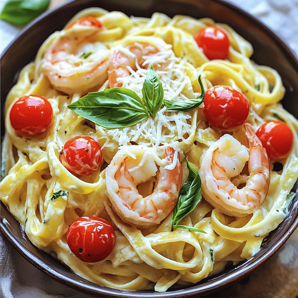 - 225 g Fettuccine-Nudeln - 450 g große Garnelen, geschält und entdarmt - 240 ml Schlagsahne Die Fettuccine sind die perfekte Pasta für dieses Gericht. Sie nehmen die cremige Soße gut auf. Große Garnelen bringen viel Geschmack und eine schöne Textur. Ich empfehle, frische Garnelen zu verwenden, wenn möglich. Die Schlagsahne gibt der Soße die nötige Cremigkeit, die dieses Gericht so besonders macht. - 1 Teelöffel italienische Kräuter - Salz und Pfeffer nach Geschmack Die italienischen Kräuter bringen Aromen in die Soße. Sie sind eine Mischung aus verschiedenen Kräutern, die gut harmonieren. Salz und Pfeffer sind wichtig, um den Geschmack zu verstärken. Fügen Sie sie nach Belieben hinzu, um das Gericht zu perfektionieren. - 100 g geriebener Mozzarella-Käse - 50 g geriebener Parmesan-Käse - Frische Basilikumblätter zum Garnieren Mozzarella sorgt für die cremige Konsistenz, die wir lieben. Parmesan gibt einen herzhaften Geschmack hinzu. Frische Basilikumblätter sind das i-Tüpfelchen. Sie geben dem Gericht Farbe und einen frischen Geschmack. Diese Zutaten machen Ihre cremige Mozzarella Garnelen Pasta zu einem echten Genuss. Für die vollständige Anleitung, schauen Sie sich das [Full Recipe] an. In einem großen Topf mit gesalzenem Wasser bringst du das Wasser zum Kochen. Die Fettuccine-Nudeln fügst du hinzu und kochst sie al dente. Das dauert meist etwa 10 Minuten. Vergiss nicht, 120 ml vom Nudelwasser aufzuheben, bevor du die Nudeln abgießt. Dieses Wasser hilft später, die Sauce anzupassen. Erhitze zwei Esslöffel Olivenöl in einer großen Pfanne bei mittlerer Hitze. Füge die Garnelen hinzu und würze sie mit Salz und Pfeffer. Brate die Garnelen etwa 2-3 Minuten pro Seite, bis sie rosa und durchgegart sind. Überprüfe die Garzeit, damit sie nicht zu trocken werden. Nimm die Garnelen dann aus der Pfanne und lege sie beiseite. In derselben Pfanne gibst du vier fein gehackte Knoblauchzehen dazu. Brate sie etwa eine Minute an, bis sie duften. Füge dann 240 ml Schlagsahne hinzu. Rühre die Mischung gut um und bringe sie leicht zum Köcheln. Jetzt ist es Zeit, 100 g geriebenen Mozzarella und 50 g geriebenen Parmesan einzuarbeiten. Rühre, bis der Käse schmilzt und die Sauce cremig wird. Nun kommen die gekochten Fettuccine in die Pfanne. Füge die gebratenen Garnelen und 150 g halbierte Kirschtomaten hinzu. Mische alles gut durch, damit die Pasta gleichmäßig mit der Sauce überzogen ist. Wenn die Sauce zu dick ist, gib nach und nach das aufgehobene Nudelwasser dazu, bis die gewünschte Konsistenz erreicht ist. Würze die Mischung mit einem Teelöffel italienischen Kräutern, Salz und Pfeffer nach Geschmack. Erhitze alles noch eine Minute, damit sich die Aromen gut vermischen. Bereite die Präsentation vor, indem du die cremige Pasta auf Teller verteilst und mit frischen Basilikumblättern garnierst. Für die vollständige Anleitung und weitere Tipps schaue dir das [Full Recipe] an. Um die perfekte Konsistenz für deine Sauce zu erreichen, ist Nudelwasser der Schlüssel. Es enthält Stärke, die hilft, die Sauce zu binden. Halte 120 ml Nudelwasser bereit, bevor du die Pasta abgießt. Füge nach Bedarf etwas Nudelwasser zur Sauce hinzu. So wird sie schön cremig, ohne zu dick zu sein. Variationen der Sahnesaucen können auch spannend sein. Du kannst die Schlagsahne durch Frischkäse oder griechischen Joghurt ersetzen. Das gibt der Sauce einen anderen Geschmack. Experimentiere mit verschiedenen Kräutern oder Gewürzen, um deine eigene Note zu finden. Die Garzeit für Garnelen ist wichtig. Sie sind perfekt, wenn sie rosa und fest sind. Brate die Garnelen 2-3 Minuten pro Seite. Achte darauf, sie nicht zu lange zu garen. Sonst werden sie zäh und trocken. Wähle die besten Garnelen für dein Gericht. Große, frische Garnelen haben den besten Geschmack. Achte auf eine klare Farbe und einen milden Geruch. Wenn du gefrorene Garnelen verwendest, tau sie gut auf, bevor du sie kochst. Der Unterschied zwischen Mozzarella und Parmesan ist groß. Mozzarella ist weich und schmilzt gut. Parmesan hat einen kräftigen Geschmack und ist hart. Beide Käse können zusammen eine köstliche Sauce ergeben. Wenn du Mozzarella nicht hast, probiere Burrata oder Ricotta. Parmesan kann durch Grana Padano oder Pecorino ersetzt werden. Diese Käsesorten bringen auch ihren eigenen Geschmack in die Pasta. Für eine vegane Option kannst du Hefeflocken verwenden. Für das volle Rezept, schau dir den [Full Recipe] an. {{image_4}} Wenn Sie eine vegetarische Option wünschen, können Sie die Garnelen durch Gemüse ersetzen. Zucchini, Paprika und Brokkoli sind großartige Optionen. Einfach das Gemüse in der Pfanne anbraten, bis es weich ist. Die Sauce bleibt unverändert, aber Sie können mehr Kräuter hinzufügen, um den Geschmack zu verbessern. Für eine glutenfreie Variante können Sie die Fettuccine durch glutenfreie Pasta ersetzen. Reisnudeln oder Kichererbsen-Pasta sind gute Alternativen. Die Sauce bleibt gleich. Achten Sie darauf, glutenfreie Brühe zu verwenden, wenn Sie zusätzliche Aromen hinzufügen. Um Ihrer Pasta mehr Geschmack zu geben, können Sie Zwiebeln oder Paprika verwenden. Braten Sie sie zusammen mit dem Knoblauch an, bevor Sie die Sahne hinzufügen. Gewürze wie Chili-Flocken oder Paprika können ebenfalls helfen, das Gericht aufzupeppen. Diese kleinen Änderungen machen einen großen Unterschied. Für mehr Details und die vollständige Zubereitung, schauen Sie sich das [Full Recipe] an. Die cremige Mozzarella Garnelen Pasta bleibt im Kühlschrank frisch. Sie sollte in einem luftdichten Behälter aufbewahrt werden. So bleibt die Pasta bis zu drei Tage gut. Um die besten Ergebnisse zu erzielen, lassen Sie die Pasta zuerst abkühlen. Danach decken Sie sie gut ab. Das hilft, die Feuchtigkeit zu halten und das Austrocknen zu vermeiden. Es ist wichtig, die Pasta nicht zu lange bei Raumtemperatur stehen zu lassen. Ich empfehle, sie innerhalb von zwei Stunden nach dem Kochen zu lagern. So verhindern Sie, dass Bakterien wachsen. Die beste Methode, um diese Pasta aufzuwärmen, ist die Mikrowelle. Stellen Sie sicher, dass Sie die Pasta in einer mikrowellengeeigneten Schüssel aufbewahren. Fügen Sie einen Esslöffel Wasser hinzu. Decken Sie die Schüssel ab, um Dampf zu erzeugen. Erhitzen Sie sie in 30-Sekunden-Intervallen. Rühren Sie die Pasta zwischen den Intervallen um, damit sie gleichmäßig warm wird. Eine andere Methode ist das Aufwärmen in einer Pfanne. Geben Sie die Pasta in eine Pfanne bei mittlerer Hitze. Fügen Sie etwas Sahne oder Nudelwasser hinzu. Das hilft, die Konsistenz zu bewahren und die Sauce cremig zu halten. Meal Prep für diese Pasta ist einfach und praktisch. Kochen Sie die Pasta und die Garnelen im Voraus. Teilen Sie die Portionen in einzelne Behälter auf. So haben Sie schnelle Mahlzeiten für die Woche. Diese Pasta eignet sich auch hervorragend als Mittagessen. Wenn Sie Reste haben, können Sie sie in einem Salat verwenden. Mischen Sie die Pasta mit frischem Gemüse. Fügen Sie etwas Zitronensaft hinzu, um den Geschmack aufzufrischen. So genießen Sie eine neue, leckere Mahlzeit! Die gesamte Zubereitungszeit beträgt 30 Minuten. Die Vorbereitungszeit ist 10 Minuten. Die Kochzeit für die Fettuccine beträgt etwa 10 Minuten. Währenddessen brate ich die Garnelen. Die Sauce kocht in etwa 5-7 Minuten. Mit ein wenig Übung geht es noch schneller! Ja, du kannst die Garnelen durch Hähnchenbrust oder Tofu ersetzen. Dies gibt deinem Gericht eine andere Note. Du kannst auch Gemüse wie Zucchini oder Paprika verwenden. Das macht die Pasta gesund und bunt. Achte darauf, dass die Garzeiten gleich bleiben. Der beste Käse ist frischer Mozzarella. Er schmilzt gut und macht die Sauce cremig. Parmesan bringt zusätzlichen Geschmack. Du kannst auch Pecorino verwenden, wenn du etwas Salziges willst. Wenn du vegan bist, gibt es viele pflanzliche Käseoptionen. Cremige Mozzarella Garnelen Pasta kann gesund sein. Die Garnelen liefern Proteine. Du kannst die Sahne durch eine leichtere Option ersetzen. Zum Beispiel, benutze griechischen Joghurt oder Cashewcreme. Füge mehr Gemüse hinzu, um die Nährstoffe zu erhöhen. So wird dein Gericht nahrhaft und lecker! Für das vollständige Rezept, schau dir die [Full Recipe] an. Diese cremige Mozzarella-Garnelen-Pasta ist einfach zuzubereiten und lecker. Wir haben die besten Zutaten, einschließlich Fettuccine, Garnelen und aromatischen Käsesorten, verwendet. Die Schritt-für-Schritt-Anleitung hilft dir, alles im Handumdrehen zu meistern. Denke daran, das Nudelwasser für die perfekte Konsistenz zu nutzen. Variationen wie die vegetarische oder glutenfreie Option bieten Flexibilität. Bewahre Restgerichte richtig auf und genieße sie später. Mit diesen Tipps kannst du das Gericht immer wieder neu entdecken. Viel Spaß beim Kochen und Genießen deiner eigenen Kreation!