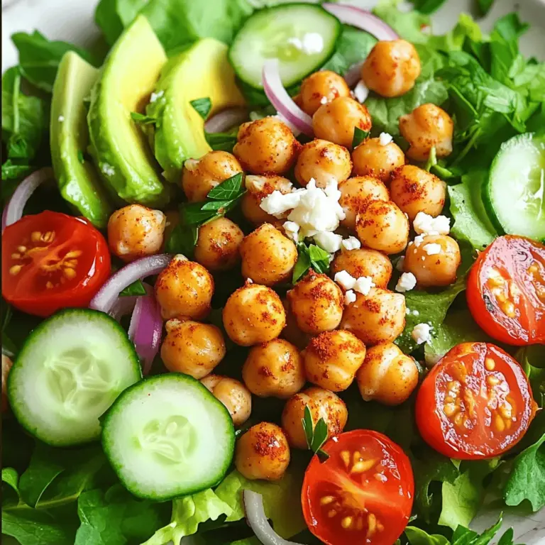 - Kichererbsen: Für diesen Salat verwende ich eine Dose Kichererbsen (425 g). Spüle sie gut ab und lasse sie abtropfen. So entfernst du die überschüssige Flüssigkeit. Dies hilft, die Kichererbsen beim Rösten knusprig zu machen. - Gemüse und Salate: Ich wähle frische Zutaten wie gemischte Blattsalate, Kirschtomaten, Gurke, Avocado und rote Zwiebel. Diese geben dem Salat Textur und Geschmack. Achte darauf, dass das Gemüse frisch und knackig ist. Das macht einen großen Unterschied. - Dressing und Gewürze: Für das Dressing nehme ich Olivenöl, Zitronensaft, Salz und Pfeffer. Ich füge auch geräuchertes Paprikapulver und Knoblauchpulver hinzu. Diese Gewürze bringen den Geschmack der Kichererbsen und des Gemüses zur Geltung. Wenn du magst, kannst du auch Feta-Käse verwenden. Er gibt eine cremige Note. Die gesamte Liste für den krossen Kichererbsensalat findest du im [Full Recipe]. Heize deinen Ofen auf 200°C vor. Das ist wichtig, damit die Kichererbsen gut rösten. Benutze ein Backblech und lege Backpapier darauf. Es hilft, die Kichererbsen nicht kleben zu lassen. Nimm eine Dose Kichererbsen, spüle sie ab und trockne sie gut. Gib die Kichererbsen auf das Backblech. Dann vermenge sie mit Olivenöl, geräuchertem Paprikapulver, Knoblauchpulver, Salz und Pfeffer. Mische alles gut, sodass jede Kichererbse gleichmäßig gewürzt ist. Verteile die Kichererbsen in einer einzelnen Schicht. Röste sie für 20-25 Minuten in deinem Ofen. Schüttle das Blech in der Mitte der Zeit, um gleichmäßige Knusprigkeit zu erreichen. Achte darauf, dass sie goldbraun werden. Jetzt geht es zum Gemüse. Schneide die Kirschtomaten in Hälften und die Gurke in Würfel. Die rote Zwiebel dünn schneiden. Nimm die Avocado und schneide sie in Scheiben. Nimm eine große Schüssel und gib die gemischten Blattsalate hinein. Füge die geschnittenen Tomaten, Gurken, Zwiebeln und Avocado hinzu. Mische alles gut in der Schüssel. Nimm die knusprigen Kichererbsen aus dem Ofen und lass sie kurz abkühlen. Dann füge sie zu deinem Salat hinzu. Wenn du magst, kannst du auch Feta-Käse hinzufügen. Beträufle den Salat mit frischem Zitronensaft. Mische alle Zutaten vorsichtig, damit alles gleichmäßig verteilt ist. Probiere den Salat und passe die Gewürze nach deinem Geschmack an. Serviere den Salat sofort. Garniere ihn mit frischen Kräutern wie Petersilie oder Koriander. Diese Schritte helfen dir, einen leckeren Krossen Kichererbsensalat zuzubereiten. Für die genauen Mengen kannst du die Full Recipe anschauen. Um einen perfekten krossen Kichererbsensalat zuzubereiten, gibt es einige häufige Fehler. - Zu wenig oder zu viel Würze: Achte darauf, die Kichererbsen gleichmäßig zu würzen. Zu wenig Gewürz macht das Gericht fade. Zu viel kann es überwältigen. Probiere die Mischung vor dem Rösten. - Falsches Röstverfahren: Roste die Kichererbsen in einer einzigen Schicht. Dadurch wird jede Kichererbse gleichmäßig knusprig. Wenn sie übereinander liegen, werden sie matschig. Die Textur ist entscheidend für den Genuss des Salats. Hier sind einige Tipps. - Röstzeit und -temperatur anpassen: Die perfekte Rösttemperatur liegt bei 200°C. Röste die Kichererbsen 20-25 Minuten. Schüttle das Blech in der Mitte, damit sie gleichmäßig knusprig werden. - Weitere Tipps für knusprige Kichererbsen: Verwende trockene Kichererbsen. Feuchtigkeit macht sie weich. Lasse sie gut abtropfen und tupfe sie trocken, bevor du sie würzt. Effiziente Vorbereitung spart Zeit und Stress. Hier sind einige Tricks. - Effiziente Schneidetechniken: Nutze ein scharfes Messer. Das schneidet Gemüse schneller und sicherer. Übe einfache Schnitte, um Zeit zu sparen. - Vorausplanen von Zutaten: Bereite alle Zutaten im Voraus vor. Das macht das Kochen schneller und einfacher. Du kannst auch die Kichererbsen am Vortag rösten und aufbewahren. Die Tipps helfen dir, den perfekten krossen Kichererbsensalat zu zaubern. Für das vollständige Rezept schau dir die [Full Recipe] an. {{image_4}} Für einen veganen Kichererbsensalat können Sie den Feta-Käse ganz einfach weglassen. Verwenden Sie einen veganen Käse, um den Geschmack zu erhalten. Für das Dressing können Sie einen pflanzlichen Joghurt oder eine Mischung aus Essig und Öl verwenden. Diese Optionen sind leicht und lecker. Sie können auch andere Hülsenfrüchte verwenden. Zum Beispiel sind schwarze Bohnen oder Linsen großartige Alternativen. Sie bringen auch einen einzigartigen Geschmack. Um den Geschmack zu variieren, probieren Sie verschiedene Gewürze aus. Zum Beispiel können Sie Kreuzkümmel oder Koriander hinzufügen. Diese Gewürze geben dem Salat eine besondere Note. Ein weiteres tolles Experiment ist es, neue Zutaten hinzuzufügen. Wie wäre es mit gerösteten Nüssen oder frischen Früchten? Diese Zutaten sorgen für mehr Textur und Geschmack. Nutzen Sie saisonales Gemüse, um den Salat frisch zu halten. Im Frühling können Sie Spargel oder Radieschen hinzufügen. Im Sommer passen Zucchini und Paprika gut dazu. Außerdem können Sie saisonale Dressings ausprobieren. Im Herbst könnte ein Dressing mit Apfel oder Kürbis interessant sein. Im Winter passen Zitrusfrüchte gut in den Salat. Für die vollständige Anleitung und das Rezept schauen Sie bitte in die [Full Recipe]. Um deinen Krossen Kichererbsensalat frisch zu halten, beachte einige einfache Dinge: - Lagere den Salat in einem luftdichten Behälter. - Stelle sicher, dass die Kichererbsen nicht mehr warm sind. - Bewahre den Salat im Kühlschrank auf. Für maximale Frische: - Füge das Dressing erst kurz vor dem Servieren hinzu. - Halte die Kichererbsen separat, um die Knusprigkeit zu bewahren. Wie lange bleibt der Salat genießbar? Der Salat hält sich bis zu drei Tage im Kühlschrank. Achte darauf, ihn gut zu verpacken. Hinweise zur Wiedererwärmung von Resten: - Kichererbsen sollten nicht wieder erwärmt werden. - Du kannst den Salat jedoch frisch anrichten und die Kichererbsen neu rösten. Vorbereiten von Zutaten im Voraus: - Du kannst die Kichererbsen und das Gemüse im Voraus schneiden. - Lagere sie in separaten Behältern für die beste Frische. Ideen für Reste und Neuzusammenstellungen: - Verwandele Reste in Wraps oder Sandwiches. - Mische den Salat mit Quinoa für eine herzhaftere Mahlzeit. Für das vollständige Rezept, sieh dir den [Full Recipe] an. Um Kichererbsen knusprig zu machen, röste sie im Ofen. Heize den Ofen auf 200°C vor. Nutze gut abgetropfte Kichererbsen. Mische sie mit Olivenöl und Gewürzen. Verteile sie gleichmäßig auf einem Backblech. Roste sie 20 bis 25 Minuten. Schüttle das Blech in der Mitte der Zeit. Das sorgt für gleichmäßige Röstung. Ja, du kannst andere Bohnen nutzen. Schwarze Bohnen oder Kidneybohnen sind gute Alternativen. Sie haben ähnliche Texturen und Aromen. Beachte aber, dass die Kochzeit variieren kann. Probiere auch Linsen aus. Sie haben eine andere Konsistenz, aber sind lecker. Ja, dieser Salat ist gesund. Kichererbsen sind reich an Eiweiß und Ballaststoffen. Sie fördern die Verdauung und halten dich satt. Das frische Gemüse liefert Vitamine und Mineralstoffe. Avocado bringt gesunde Fette in den Mix. Dieser Salat unterstützt eine ausgewogene Ernährung. Genieß ihn ohne schlechtes Gewissen! Für das gesamte Rezept, schaue dir den Abschnitt "Full Recipe" an. Ein Kichererbsensalat kann einfach und gesund sein. Wir haben die Hauptzutaten sowie die Zubereitung besprochen. Du weißt jetzt, wie du die Kichererbsen optimal röstest und den Salat richtig anrichtest. Außerdem hast du nützliche Tipps gelernt, um häufige Fehler zu vermeiden und die Textur zu verbessern. Die Variationen bieten dir kreative Möglichkeiten, um neue Geschmäcker zu entdecken. Beachte die Lagerungshinweise, um deinen Salat frisch zu halten. Probiere es aus und genieße deinen köstlichen gesunden Salat!