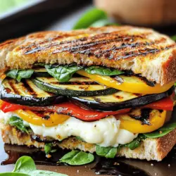 - Zucchini, Paprika und Aubergine Diese drei Gemüsesorten sind die Stars des Paninis. Zucchini bringt eine milde Frische. Paprika sorgt für Süße und Farbe. Aubergine fügt eine zarte Textur hinzu. Diese Mischung schafft eine tolle Geschmacksvielfalt. - Frischer Spinat Spinat ist super gesund und bringt einen schönen, grünen Farbklecks. Er passt perfekt zu den gegrillten Gemüsen. Außerdem ist er reich an Vitaminen und Mineralien. - Vollkornbrot und Mozzarella Vollkornbrot gibt dem Panini einen nussigen Geschmack. Es ist auch gesünder als Weißbrot. Mozzarella sorgt für die cremige Konsistenz. Er schmilzt wunderbar und macht das Panini lecker. - Gewürze und Pesto Gewürze wie Salz und Pfeffer heben den Geschmack des Gemüses. Pesto, ob selbstgemacht oder gekauft, ist das Geheimnis für eine besondere Note. Es bringt frische Kräuter und einen Hauch von Knoblauch mit. Für das komplette Rezept und detaillierte Zubereitung schaue dir das [Full Recipe] an. Heize deinen Grill oder eine Grillpfanne auf mittlere Hitze vor. Dies ist wichtig, um das Gemüse gleichmäßig zu garen. Nimm nun eine große Schüssel und gib die Zucchini-, Paprika- und Auberginenscheiben hinein. Füge 2 Esslöffel Olivenöl, Salz und Pfeffer hinzu. Mische alles gut, bis das Gemüse gleichmäßig bedeckt ist. Diese Marinade bringt den Geschmack hervor. Lege die gewürzten Gemüse auf den Grill. Grillzeit beträgt etwa 5-7 Minuten pro Seite. Achte darauf, dass das Gemüse zart ist und schöne Grillstreifen hat. Wenn es fertig ist, nimm das Gemüse vom Grill und lasse es kurz ruhen. So ziehen die Aromen besser ein. Jetzt wird es spannend! Nimm vier Scheiben Vollkornbrot. Verteile auf einer Seite jeder Brotscheibe 1 Esslöffel Pesto. Auf zwei Brotscheiben kommen die gegrillten Gemüsescheiben, der frische Spinat und der geriebene Mozzarella. Lege die anderen Brotscheiben darauf, Pesto-Seite nach unten. So entstehen köstliche Schichten. Erhitze eine Panini-Presse oder eine Pfanne auf mittlerer Hitze. Wenn du eine Pfanne verwendest, füge einen Hauch Olivenöl hinzu, um ein Ankleben zu vermeiden. Lege die zusammengebauten Sandwiches in die Pfanne oder Presse. Grillen, bis sie goldbraun und der Käse geschmolzen ist. Dies dauert etwa 3-4 Minuten pro Seite. So wird das Panini perfekt knusprig. Jetzt ist dein Grilled Vegetable Panini bereit! Du kannst die vollständige Anleitung im [Full Recipe] finden. Um Gemüse gleichmäßig zu grillen, achte auf die Dicke der Stücke. Schneide das Gemüse in gleichmäßige Scheiben. Zucchini, Paprika und Aubergine sollten etwa einen Zentimeter dick sein. Das hilft, dass sie gleichmäßig garen. Heize den Grill gut vor, bevor du das Gemüse auflegst. Ein heißer Grill sorgt für schöne Grillstreifen. Lege die Gemüsestücke nicht zu nah beieinander. So kann die Hitze zirkulieren. Wende das Gemüse nach fünf bis sieben Minuten. Achte darauf, dass es weich und zart ist. Die Wahl des Brotes ist wichtig für ein gutes Panini. Ich empfehle Vollkornbrot für einen nussigen Geschmack. Es gibt auch andere Sorten, die gut passen. Ciabatta hat eine knusprige Kruste und weichen Kern. Focaccia ist ebenfalls eine tolle Wahl, da sie gut Geschmack aufnimmt. Für glutenfreie Optionen kannst du Reis- oder Buchweizenbrot nutzen. Jedes Brot bringt einen eigenen Charakter ins Panini. Käse gibt dem Panini seine Cremigkeit. Mozzarella ist eine klassische Wahl. Er schmilzt gut und hat einen milden Geschmack. Du kannst auch andere Käsesorten probieren. Gouda gibt einen reicheren Geschmack. Feta bringt eine salzige Note. Für vegane Alternativen nutze veganen Käse aus Nüssen oder Soja. Diese Optionen sind lecker und passen gut zu gegrilltem Gemüse. {{image_4}} Um das Grilled Vegetable Panini noch nahrhafter zu machen, kannst du Hühnchen, Tofu oder Bohnen hinzufügen. Diese Zutaten liefern dir viele Proteine. Sie machen das Panini sättigender und geben dir mehr Energie. - Hühnchen: Gegrilltes Hühnchen passt gut zu den Aromen des Gemüses. Du kannst es würzen und grillen, bevor du es in dein Panini packst. - Tofu: Tofu ist eine tolle vegetarische Option. Marinier ihn vorher in Sojasauce oder Gewürzen für mehr Geschmack. - Bohnen: Schwarze Bohnen oder Kichererbsen sind perfekt für eine pflanzliche Proteinquelle. Sie machen das Panini nahrhaft und lecker. Das Grilled Vegetable Panini kann durch verschiedene Gewürze und Saucen aufgepeppt werden. Experimentiere mit frischen Kräutern, um neue Geschmäcker zu entdecken. - Kräuter: Basilikum, Oregano oder Thymian bringen Frische in dein Panini. - Saucen: Probiere BBQ-Sauce oder scharfe Senfsauce für einen besonderen Kick. Diese Saucen geben dem Panini eine neue Dimension. Für eine vegane Version des Paninis kannst du veganen Käse und Pesto verwenden. Beide Zutaten sind leicht zu finden und schmecken fantastisch. - Veganer Käse: Es gibt viele Sorten auf dem Markt. Suche dir deinen Favoriten aus, um das Panini cremig zu machen. - Veganer Pesto: Pesto aus Nüssen oder Sonnenblumenkernen ist eine großartige Wahl. Es bringt einen tollen Geschmack, ohne tierische Produkte zu verwenden. Erkunde diese Variationen, um dein Grilled Vegetable Panini ganz nach deinem Geschmack zu gestalten. Du kannst sogar die Full Recipe verwenden, um das perfekte Ergebnis zu erzielen. Um deine Reste frisch zu halten, lege das Panini in einen luftdichten Behälter. Stelle sicher, dass es vollständig abgekühlt ist, bevor du es verpackst. Kühl lagern ist wichtig, um den Geschmack zu bewahren. Du kannst es im Kühlschrank bis zu drei Tage aufbewahren. Wenn du es aufwärmen möchtest, benutze eine Pfanne oder einen Toaster. So bleibt das Brot knusprig und der Käse schmelzend. Erhitze es bei mittlerer Hitze für etwa 5 Minuten, bis es warm ist. Das Einfrieren ist eine gute Option, wenn du das Panini länger aufbewahren möchtest. Wickele das Panini fest in Frischhaltefolie und lege es in einen Gefrierbeutel. So bleibt es bis zu drei Monate haltbar. Zum Auftauen lege das gefrorene Panini über Nacht in den Kühlschrank. Wenn du bereit bist, es zu essen, kannst du es im Toaster oder in der Pfanne aufwärmen. So bleibt der Geschmack frisch und lecker. Um das beste Grilled Vegetable Panini zu machen, folge diesen Tipps: - Wähle frisches Gemüse. Zucchini, Paprika und Aubergine sollten fest und reif sein. - Schneide das Gemüse gleichmäßig. So garen sie gleichmäßig. - Würze das Gemüse gut mit Salz und Pfeffer. Olivenöl hilft, die Aromen zu verstärken. - Verwende guten Käse. Mozzarella schmilzt perfekt und gibt einen tollen Geschmack. - Grille das Panini goldbraun. Achte darauf, dass der Käse schön schmilzt. - Lass das Panini kurz ruhen, bevor du es schneidest. So bleibt es saftig. Diese Schritte helfen dir, ein schmackhaftes und ansprechendes Panini zu zaubern. Ja, du kannst das Panini auch im Ofen machen. Hier ist, wie du es machst: 1. Heize deinen Ofen auf 200 °C vor. 2. Bereite das Panini wie oben beschrieben vor. 3. Lege die Panini auf ein Backblech. Du kannst Backpapier verwenden, um das Ankleben zu vermeiden. 4. Backe die Panini etwa 10-15 Minuten lang. Wende sie zur Halbzeit, damit sie gleichmäßig bräunen. 5. Nimm die Panini heraus, wenn sie goldbraun sind und der Käse geschmolzen ist. Die Ofenmethode ist einfach und bringt ein tolles Ergebnis. Ein Grilled Vegetable Panini schmeckt am besten mit diesen Beilagen: - Ein frischer grüner Salat bringt Farbe und Knusprigkeit. - Eine Tomatensuppe ergänzt die Aromen und gibt Wärme. - Chips oder Gemüse-Sticks bieten einen zusätzlichen Crunch. - Ein Glas Eistee oder ein leichter Wein rundet das Essen ab. Diese Beilagen machen dein Mahlzeit komplett und köstlich. Das Grilled Vegetable Panini ist einfach zuzubereiten und lecker. Wir haben frisches Gemüse, Käse und Brot genutzt. Mit der Schritt-für-Schritt-Anleitung bereitest du die Zutaten perfekt vor. Achte auf die Grilltechnik und wähle die richtigen Brotsorten. Denk an Variationen, um das Panini anzupassen. Lagere Reste gut. Probiere neue Kombinationen aus und genieße. Viel Spaß beim Grillen und Experimentieren!