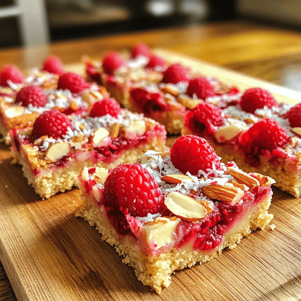Die Hauptzutaten für die Himbeer-Mandel-Oatbars sind einfach und gesund. Hier ist die Liste: - 1 ½ Tassen Haferflocken - ½ Tasse Mandelmehl - ¼ Tasse ungesüßte Kokosraspel - ½ Tasse Mandelbutter - ⅓ Tasse Honig oder Ahornsirup - 1 Teelöffel Vanilleextrakt - 1 Tasse frische oder gefrorene Himbeeren - ½ Teelöffel Backpulver - Eine Prise Salz - ¼ Tasse Mandelscheiben (für das Topping) Diese Zutaten machen die Riegel nahrhaft und lecker. Wenn du einige Zutaten nicht hast, gibt es Alternativen. Du kannst: - Haferflocken durch glutenfreie Haferflocken ersetzen. - Mandelmehl durch Kokosmehl ersetzen, aber nimm weniger. - Honig durch Agavendicksaft ersetzen, wenn du vegan sein willst. - Himbeeren durch andere Beeren wie Heidelbeeren oder Erdbeeren austauschen. Diese Optionen helfen dir, die Riegel nach deinem Geschmack zu variieren. Die Zutaten bieten viele Nährstoffe. Hier sind einige Vorteile: - Haferflocken sind reich an Ballaststoffen und helfen dir, satt zu bleiben. - Mandelmehl ist eine gute Quelle für gesunde Fette und Eiweiß. - Himbeeren sind voller Vitamine und Antioxidantien. - Mandelbutter liefert dir gesunde Fette und Nährstoffe. Diese Nährstoffe machen die Himbeer-Mandel-Oatbars zu einer gesunden Wahl für Snacks oder Frühstück. Wenn du mehr über die Zubereitung erfahren möchtest, schau dir das [Full Recipe] an. Heizen Sie Ihren Ofen auf 175°C vor. Nehmen Sie eine 20x20 cm Backform. Legen Sie die Form mit Backpapier aus. Lassen Sie das Papier an den Seiten überstehen. So können Sie die Riegel später leicht herausnehmen. In einer großen Schüssel geben Sie die Haferflocken, das Mandelmehl, die Kokosraspel, das Backpulver und das Salz. Rühren Sie alles gut um. So stellen Sie sicher, dass sich die trockenen Zutaten gut vermischen. In einer anderen Schüssel verrühren Sie die Mandelbutter, den Honig oder Ahornsirup und den Vanilleextrakt. Rühren Sie, bis die Mischung glatt ist. Gießen Sie dann die feuchte Mischung in die Schüssel mit den trockenen Zutaten. Rühren Sie alles gut um, bis eine klebrige Masse entsteht. Fügen Sie die Himbeeren vorsichtig hinzu und falten Sie sie unter. Übertragen Sie die Mischung in die Backform. Drücken Sie die Masse fest, um eine gleichmäßige Schicht zu bilden. Streuen Sie die Mandelscheiben obenauf. Backen Sie die Riegel im Ofen für 20-25 Minuten. Sie sind fertig, wenn die Ränder goldbraun sind. Lassen Sie die Riegel in der Form etwa 10 Minuten abkühlen. Nutzen Sie das Backpapier, um die Riegel herauszunehmen. Lassen Sie sie auf einem Kuchengitter vollständig abkühlen. Schneiden Sie sie dann in Riegel und servieren Sie sie. Für die vollständige Anleitung können Sie die [Full Recipe] ansehen. Um die perfekte Konsistenz für die Himbeer-Mandel-Delight-Riegel zu erzielen, sollten Sie die Mischung gut vermengen. Die trockenen Zutaten müssen gleichmäßig verteilt sein. Achten Sie darauf, die feuchten Zutaten sanft unterzuheben. So bleiben die Himbeeren ganz und die Riegel erhalten eine schöne Textur. Wenn die Mischung zu trocken ist, fügen Sie einen Schuss Wasser hinzu. Ist sie zu nass, können Sie etwas mehr Haferflocken hinzufügen. Die Lagerung der Riegel ist einfach. Lassen Sie die Riegel vollständig abkühlen, bevor Sie sie aufbewahren. Schneiden Sie sie in Stücke und legen Sie sie in einen luftdichten Behälter. Sie können die Riegel auch zwischen Schichten von Backpapier aufbewahren. So bleibt jede Portion frisch. Lagern Sie die Riegel an einem kühlen, trockenen Ort. So halten sie sich etwa eine Woche. Für längere Haltbarkeit, legen Sie die Riegel in den Kühlschrank. Ein häufiger Fehler ist, die Riegel zu lange zu backen. Überprüfen Sie die Riegel nach 20 Minuten. Wenn die Ränder goldbraun sind, sind sie fertig. Ein weiterer Fehler ist, die Himbeeren zu stark zu zerdrücken. Falten Sie sie sanft unter, um ihre Form zu bewahren. Auch das Verwenden von zu viel Honig oder Sirup kann die Riegel zu süß machen. Halten Sie sich an die Mengen im Full Recipe, um die beste Balance zu finden. {{image_4}} Du kannst die Himbeeren in diesem Rezept leicht ersetzen. Probiere Brombeeren oder Heidelbeeren. Diese Früchte bringen eine neue Note. Du kannst auch getrocknete Früchte wie Cranberries nutzen. Sie geben den Riegeln eine süße und zähe Textur. Mischst du verschiedene Früchte, erhältst du tolle Geschmackskombinationen. Wenn du glutenfrei essen möchtest, gibt es einfache Lösungen. Verwende glutenfreie Haferflocken und Mandelmehl. Diese Optionen sind nicht nur glutenfrei, sie sind auch lecker. Achte darauf, dass die Zutaten als glutenfrei gekennzeichnet sind. So vermeidest du Kontamination. Deine Riegel bleiben gesund und schmackhaft. Um deine Riegel interessanter zu machen, kannst du weitere Zutaten hinzufügen. Probiere Zimt oder Muskatnuss für einen warmen Geschmack. Diese Gewürze passen gut zu den anderen Aromen. Du kannst auch geriebene Zitrusschale verwenden. Sie bringt frische und einen tollen Duft. Eine Prise Kakao oder Schokoladenstückchen sorgen für Schokoladengeschmack. Das Rezept bleibt einfach, und die Variationen sind endlos. Entdecke mit jedem Biss neue Geschmäcker! Um Ihre Himbeer-Mandel-Delight-Riegel frisch zu halten, bewahren Sie sie in einem luftdichten Behälter auf. Legen Sie ein Stück Backpapier zwischen die Riegel, damit sie nicht aneinander kleben. So bleiben sie schön saftig und lecker. Diese Riegel bleiben bei richtiger Lagerung etwa eine Woche frisch. Sie können sie auch im Kühlschrank aufbewahren, was ihre Haltbarkeit um einige Tage verlängert. Achten Sie darauf, sie gut zu verpacken, um ein Austrocknen zu vermeiden. Wenn Sie mehr Riegel machen möchten oder sie länger aufbewahren wollen, können Sie sie einfrieren. Schneiden Sie die Riegel und wickeln Sie sie einzeln in Frischhaltefolie. Legen Sie sie dann in einen Gefrierbeutel. So halten sie sich bis zu drei Monate. Zum Auftauen einfach die Riegel über Nacht im Kühlschrank lassen oder bei Raumtemperatur auftauen. Um die Riegel vegan zu machen, tauschen Sie den Honig gegen Ahornsirup oder Agavendicksaft. Diese Süßstoffe sind pflanzlich und geben den Riegeln den nötigen süßen Geschmack. Achten Sie auch darauf, eine vegane Mandelbutter zu verwenden. Diese Zutaten machen die Riegel nicht nur vegan, sondern auch lecker und gesund. Ja, Sie können die Riegel ohne Mandelmehl zubereiten. Ersetzen Sie es einfach durch Hafermehl oder ein anderes glutenfreies Mehl. Das sorgt für eine ähnliche Textur und hält die Riegel zusammen. Experimentieren Sie mit verschiedenen Mehlen, um den besten Geschmack für sich zu finden. Die Riegel halten sich gut in einem luftdichten Behälter. Bei Raumtemperatur bleiben sie etwa eine Woche frisch. Im Kühlschrank können sie bis zu zwei Wochen haltbar sein. Wenn Sie die Riegel länger aufbewahren möchten, frieren Sie sie ein. So bleiben sie bis zu drei Monate frisch und schmackhaft. Die Himbeer-Mandel-Delight-Riegel sind einfach zuzubereiten und lecker. Wir haben die Hauptzutaten sowie Alternativen besprochen. Du weißt jetzt, wie du die Riegel backst und sie optimal lagerst. Achte auf die Konsistenz und vermeide häufige Fehler. Variationen bieten dir noch mehr Möglichkeiten zum Experimentieren. Wenn du vegan backen oder andere Zutaten verwenden möchtest, sollte das kein Problem sein. Mit diesen Tipps hast du alles, was du brauchst, um köstliche Riegel zu kreieren. Viel Spaß beim Ausprobieren!