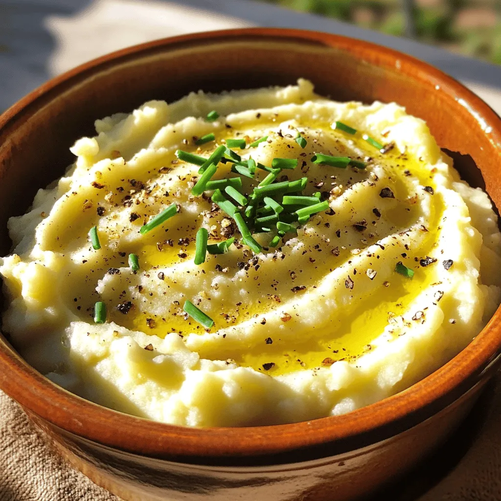 Für mein geröstetes Knoblauch-Püree aus Blumenkohl benötigst du folgende Zutaten: - 1 großer Kopf Blumenkohl, in Röschen zerteilt - 5 Knoblauchzehen, ungeschält - 2 Esslöffel Olivenöl - ½ Tasse ungesüßte Mandelmilch (oder jede Milch nach Wahl) - 3 Esslöffel Butter (oder pflanzliche Butter) - Salz und Pfeffer nach Geschmack - ¼ Teelöffel gemahlene Muskatnuss - Gehackter Schnittlauch oder Petersilie zur Garnitur (optional) Ich empfehle, frischen Blumenkohl zu wählen. Achte darauf, dass er fest und grün ist. Für Olivenöl nutze ich gerne extra natives Öl. Bei der Mandelmilch mag ich die Marke "Alpro", die hat einen milden Geschmack. Für die Butter suche ich nach einer hochwertigen, die gut schmilzt. Marken wie "Kerrygold" sind beliebt. Wenn du Mandelmilch nicht magst, probiere Hafermilch oder Sojamilch. Beide passen gut. Statt Butter kannst du auch pflanzliche Butter verwenden. Das macht das Gericht vegan. Wenn du keinen Knoblauch magst, lass ihn weg. Das Püree bleibt trotzdem lecker. Die Vorbereitungszeit für geröstetes Knoblauch-Püree aus Blumenkohl ist einfach. Du benötigst nur 10 Minuten. Heize deinen Ofen auf 200°C vor. Dies sorgt dafür, dass das Gemüse gleichmäßig röstet. Ein vorgeheizter Ofen macht den Unterschied. Nimm einen großen Kopf Blumenkohl und teile ihn in Röschen. Lege die Röschen zusammen mit ungeschälten Knoblauchzehen auf ein Backblech. Vermische das Gemüse mit 1 Esslöffel Olivenöl. So wird es schön knusprig. Achte darauf, dass sie in einer einzigen Schicht liegen. Röste das Gemüse für 25-30 Minuten. Der Blumenkohl sollte zart und leicht gebräunt sein. Der Knoblauch wird weich und süß. Nach dem Rösten, lasse alles etwas abkühlen. Drücke die weichen Knoblauchzehen aus ihrer Schale. Gib den gerösteten Blumenkohl und den Knoblauch in eine Küchenmaschine. Füge die restlichen 1 Esslöffel Olivenöl, ½ Tasse Mandelmilch und 3 Esslöffel Butter hinzu. Würze mit Salz, Pfeffer und ¼ Teelöffel Muskatnuss. Püriere alles, bis es glatt und cremig ist. Du kannst die Milchmenge anpassen, um die gewünschte Konsistenz zu bekommen. Kosten ist wichtig! Probiere das Püree und passe die Gewürze nach deinem Geschmack an. Übertrage das Püree in eine Servierschüssel und genieße es warm. Um den Blumenkohl perfekt zu rösten, gibt es einige einfache Tipps. Erstens, schneiden Sie die Röschen gleichmäßig. So garen sie gleichmäßig. Zweitens, verwenden Sie ausreichend Olivenöl. Das hilft, den Blumenkohl schön goldbraun zu machen. Drittens, rösten Sie ihn bei hoher Temperatur. 200°C ist ideal. Achten Sie darauf, ihn regelmäßig zu wenden. So wird er von allen Seiten knusprig. Um den Geschmack zu verbessern, können Sie verschiedene Gewürze hinzufügen. Zum Beispiel, probieren Sie geräuchertes Paprikapulver oder italienische Kräuter. Diese geben dem Püree eine besondere Note. Auch frische Kräuter wie Thymian oder Rosmarin sind eine tolle Wahl. Sie bringen Frische und Aroma in das Gericht. Um klumpiges Püree zu vermeiden, pürieren Sie den Blumenkohl gründlich. Ein Hochleistungsmixer oder eine Küchenmaschine funktioniert am besten. Fügen Sie genügend Flüssigkeit hinzu, um die gewünschte Konsistenz zu erreichen. Wenn das Püree zu dick ist, geben Sie mehr Mandelmilch hinzu. Überprüfen Sie die Konsistenz, bevor Sie die Gewürze hinzufügen. So bleibt das Püree schön cremig und glatt. {{image_4}} Um das Püree zu variieren, können Sie Käse hinzufügen. Parmesan oder Cheddar passen gut. Geben Sie etwa ½ Tasse geriebenen Käse in die Küchenmaschine. Mixen Sie alles zusammen, bis der Käse schmilzt. Kräuter wie Thymian oder Rosmarin bringen frische Aromen. Fügen Sie die gehackten Kräuter nach dem Pürieren hinzu. Dies gibt dem Gericht eine neue Dimension. Für eine vegane Version verwenden Sie pflanzliche Butter und Milch. Kokosmilch sorgt für eine cremige Konsistenz. Ersetzen Sie die Butter mit mehr Olivenöl oder einer pflanzlichen Alternative. Diese Änderungen machen das Püree köstlich und veganfreundlich. Experimentieren Sie mit Nüssen oder Saaten, um mehr Textur zu erhalten. Nutzen Sie saisonale Zutaten, um das Püree zu verbessern. Im Frühling können Sie Spargel oder Erbsen hinzufügen. Diese Zutaten bringen Farbe und Geschmack. Im Herbst passen geröstete Kürbiswürfel hervorragend dazu. Servieren Sie das Püree als Beilage zu gegrilltem Fleisch oder Fisch. Es ergänzt viele Gerichte und macht sie raffinierter. Für das vollständige Rezept schauen Sie sich das [Full Recipe] an. Um das Blumenkohl-Püree frisch zu halten, bewahren Sie es in einem luftdichten Behälter auf. Lassen Sie das Püree zuerst abkühlen, bevor Sie es einlagern. So vermeiden Sie Kondenswasser, das den Geschmack verändern kann. Im Kühlschrank bleibt das Püree bis zu fünf Tage frisch. Wenn Sie es länger aufbewahren möchten, können Sie es einfrieren. In einem gefrierfesten Behälter hält es bis zu drei Monate. Achten Sie darauf, das Püree in Portionen zu verpacken, damit Sie nur das auftauen, was Sie brauchen. Wenn Sie das Püree aufwärmen, nutzen Sie eine Pfanne oder die Mikrowelle. Fügen Sie etwas Mandelmilch oder Butter hinzu, um die cremige Textur wiederherzustellen. Erhitzen Sie es langsam, damit es gleichmäßig warm wird. Rühren Sie gut um, um Klumpen zu vermeiden. Probieren Sie das Püree und passen Sie die Gewürze nach Ihrem Geschmack an. Das Rezept ergibt vier Portionen. Jeder kann eine gute Menge genießen. Es ist perfekt für ein Familienessen oder ein kleines Treffen. Wenn Sie mehr Gäste haben, können Sie die Menge leicht verdoppeln. Ja, Sie können frischen Knoblauch verwenden. Aber der Geschmack wird anders sein. Frischer Knoblauch ist schärfer und hat einen starken Geschmack. Gerösteter Knoblauch wird süßer und milder. Wenn Sie frischen Knoblauch nehmen, braten Sie ihn kurz an, bevor Sie ihn zum Püree geben. Ja, Blumenkohl-Püree ist sehr gesund. Blumenkohl ist kalorienarm und reich an Ballaststoffen. Es hat viele Vitamine und Mineralien. Das Püree ist auch glutenfrei und vegan, wenn Sie die Butter ersetzen. Es ist eine tolle Alternative zu Kartoffelpüree. Sie können es ohne schlechtes Gewissen genießen! Geröstetes Knoblauch-Püree aus Blumenkohl ist einfach und lecker. Wir haben die besten Zutaten, Tipps und Variationen besprochen. Du kannst leicht die Konsistenz anpassen und dein Püree würzen. Lagere es richtig, um den Geschmack zu bewahren. Genieße dein Püree als Beilage oder Hauptgericht. Probiere verschiedene Varianten und finde deinen Favoriten. Das Rezept ist gesund und bringt Abwechslung auf den Tisch. Viel Spaß beim Kochen und Genießen!