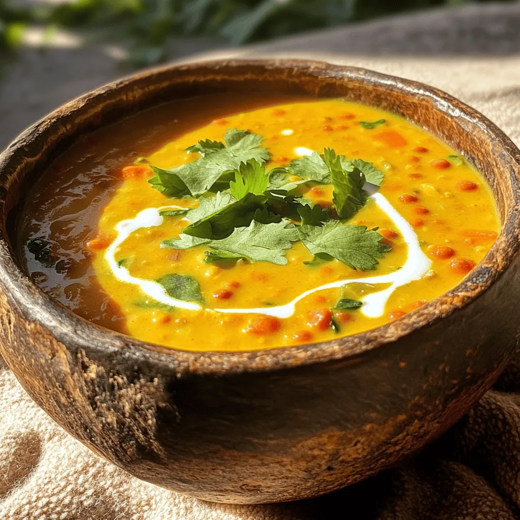 Für eine köstliche Kokosnuss-Curry-Linsensuppe benötigst du folgende Hauptzutaten: - 1 Tasse rote Linsen, gut abgespült - 1 Dose (400 ml) Kokosmilch - 1 Liter Gemüsebrühe - 1 Esslöffel Olivenöl - 1 Zwiebel, gewürfelt - 2 Knoblauchzehen, fein gehackt - 1 Esslöffel frischer Ingwer, gerieben - 1 Dose (400 g) gewürfelte Tomaten, abgetropft Diese Zutaten bilden die Basis der Suppe. Die roten Linsen geben dir die richtige Konsistenz. Die Kokosmilch macht sie cremig und reichhaltig. Der Geschmack kommt vor allem durch die Gewürze. Hier sind die wichtigen Gewürze, die du brauchst: - 2 Teelöffel Currypulver - 1 Teelöffel Kurkuma - 1 Teelöffel Kreuzkümmel - Salz und Pfeffer nach Geschmack Diese Gewürze bringen die Aromen zusammen. Sie geben der Suppe Tiefe und eine schöne Farbe. Um die Suppe frisch und lebendig zu machen, füge frische Zutaten hinzu: - 1 Tasse frische Spinatblätter, fest gepackt - Frischer Koriander zur Garnitur Der Spinat sorgt für einen gesunden Kick. Frischer Koriander bringt ein tolles Aroma und macht die Suppe noch schöner. Wenn du die komplette Anleitung für die Zubereitung suchst, schau dir das Rezept für die Kokosnuss-Curry-Linsensuppe an. Um die Kokosnuss-Curry-Linsensuppe perfekt zuzubereiten, beginne mit der Vorbereitung der Zutaten. Du brauchst: - 1 Tasse rote Linsen, gut abgespült - 1 Dose (400 ml) Kokosmilch - 1 Liter Gemüsebrühe - 1 Esslöffel Olivenöl - 1 Zwiebel, gewürfelt - 2 Knoblauchzehen, fein gehackt - 1 Esslöffel frischer Ingwer, gerieben - 2 Teelöffel Currypulver - 1 Teelöffel Kurkuma - 1 Teelöffel Kreuzkümmel - 1 Dose (400 g) gewürfelte Tomaten, abgetropft - 1 Tasse frische Spinatblätter, fest gepackt - Salz und Pfeffer nach Geschmack - Frischer Koriander zur Garnitur Diese Zutaten sind wichtig, um den vollen Geschmack zu erhalten. Achte darauf, alles frisch und bereit zu haben. Jetzt kommt der spannende Teil – das Kochen! Folge diesen Schritten: 1. Erhitze das Olivenöl in einem großen Topf bei mittlerer Hitze. 2. Gib die gewürfelte Zwiebel hinzu und brate sie an, bis sie durchsichtig ist, etwa 5 Minuten. 3. Füge den fein gehackten Knoblauch und den geriebenen Ingwer hinzu. Koche alles für eine weitere Minute, bis es aromatisch ist. 4. Rühre das Currypulver, den Kurkuma und den Kreuzkümmel ein. Brate die Gewürze für eine zusätzliche Minute an. 5. Gieße die abgespülten roten Linsen, die gewürfelten Tomaten, die Gemüsebrühe und die Kokosmilch in den Topf. Rühre gut um. 6. Bringe die Mischung zum sanften Kochen, reduziere dann die Hitze und lasse sie etwa 25 Minuten lang köcheln. 7. Gib die Spinatblätter hinzu und koche sie für zusätzliche 5 Minuten, bis sie verwelkt sind. 8. Schmecke die Suppe mit Salz und Pfeffer ab. Rühre alles gut durch. 9. Nimm den Topf vom Herd und lasse die Suppe kurz abkühlen. Diese Schritte führen zu einer leckeren Suppe, die du lieben wirst. Die Präsentation ist wichtig! Hier sind einige Tipps: - Serviere die Suppe in tellergerechten Schalen. - Garniere sie mit frischem Koriander und einem Schuss Kokosmilch für eine dekorative Note. - Du kannst auch knuspriges Brot oder Naan dazu reichen. Diese kleinen Details machen den Unterschied. Sie machen deine Suppe nicht nur lecker, sondern auch schön anzusehen. Lass dich inspirieren und genieße das Kochen! Ein häufiger Fehler ist, die Linsen nicht richtig abzuspülen. Dies kann die Textur der Suppe beeinträchtigen. Stelle sicher, dass du die Linsen gründlich unter kaltem Wasser abspülst, um Staub und Schmutz zu entfernen. Ein weiterer Fehler ist, die Gewürze nicht genug zu rösten. Röste die Gewürze kurz an, um ihren Geschmack zu verstärken. So wird die Suppe aromatischer und leckerer. Du kannst den Geschmack der Suppe leicht anpassen. Wenn du es schärfer magst, füge etwas Chili oder Cayennepfeffer hinzu. Für mehr Frische kannst du Limettensaft oder frische Kräuter wie Basilikum verwenden. Wenn du eine cremigere Konsistenz möchtest, füge mehr Kokosmilch hinzu. Du kannst die Menge nach deinem Geschmack anpassen. Ein großer Topf ist wichtig für diese Suppe. Er bietet genug Platz, um alle Zutaten gut zu vermischen. Ein Schneidebrett und ein scharfes Messer erleichtern die Vorbereitung der Zwiebel und des Knoblauchs. Ein Pürierstab kann nützlich sein, wenn du die Suppe cremiger magst. Du kannst sie nach dem Kochen pürieren. Achte darauf, dass du den Pürierstab nicht direkt in den heißen Topf tauchst. Lass die Suppe kurz abkühlen. Für diese köstliche Kokosnuss-Curry-Linsensuppe findest du das [Full Recipe] hier. {{image_4}} Kokosnuss-Curry-Linsensuppe ist von Natur aus vegetarisch und vegan. Du brauchst keine tierischen Produkte. Die Hauptzutaten sind Linsen und Kokosmilch. Diese machen die Suppe cremig und lecker. Du kannst auch Gemüse hinzufügen, um mehr Nährstoffe zu bekommen. Karotten, Paprika oder Zucchini passen gut dazu. Manchmal hast du vielleicht nicht alle Zutaten zur Hand. Du kannst rote Linsen durch grüne Linsen ersetzen. Diese haben eine andere Textur, sind aber auch schmackhaft. Statt Kokosmilch kannst du Mandelmilch verwenden, aber der Geschmack wird anders. Auch Gemüsebrühe kann durch Hühnerbrühe ersetzt werden, wenn du nicht vegan kochen möchtest. Die Suppe ist sehr flexibel. Im Winter kannst du Wurzelgemüse wie Kürbis oder Süßkartoffeln hinzufügen. Im Frühling sind frische Kräuter wie Petersilie oder Basilikum eine gute Wahl. Im Sommer kannst du frische Tomaten verwenden. Diese geben der Suppe mehr Frische und Geschmack. Im Herbst sind Pilze eine tolle Ergänzung. Sie bringen einen erdigen Geschmack in die Suppe. Wenn du mehr über die Zubereitung erfahren möchtest, schau dir das Full Recipe an. Die Kokosnuss-Curry-Linsensuppe bleibt frisch, wenn du sie im Kühlschrank aufbewahrst. Lass die Suppe zuerst auf Raumtemperatur abkühlen. Fülle sie dann in einen luftdichten Behälter. Im Kühlschrank hält sie sich bis zu fünf Tage. Achte darauf, die Suppe vor dem Servieren gut umzurühren. Du kannst die Suppe auch einfrieren. Verwende einen gefrierfesten Behälter oder einen Gefrierbeutel. Lass etwas Platz, da die Suppe beim Gefrieren ausdehnt. Die Suppe bleibt bis zu drei Monate im Gefrierfach haltbar. Zum Auftauen lege sie einfach über Nacht in den Kühlschrank. Beim Aufwärmen der Suppe gibt es ein paar Dinge zu beachten. Erhitze sie in einem Topf bei mittlerer Hitze. Rühre oft um, damit sie gleichmäßig warm wird. Wenn die Suppe zu dick ist, füge etwas Gemüsebrühe hinzu. Du kannst die Suppe auch in der Mikrowelle erwärmen. Stelle sicher, dass du sie in einem mikrowellengeeigneten Behälter erhitzt. Die Kokosnuss-Curry-Linsensuppe hält sich im Kühlschrank bis zu fünf Tage. Achte darauf, die Suppe in einem luftdichten Behälter zu lagern. So bleibt sie frisch und lecker. Wenn du die Suppe länger aufbewahren möchtest, ist das Einfrieren eine gute Option. Ja, du kannst die Linsen vorher einweichen. Das Einweichen macht sie schneller gar und verbessert die Textur. Weiche die Linsen mindestens zwei Stunden ein. Spüle sie danach gründlich ab, bevor du sie in die Suppe gibst. Dies kann die Kochzeit um etwa zehn Minuten verkürzen. Ja, die Kokosnuss-Curry-Linsensuppe ist von Natur aus glutenfrei. Alle Zutaten sind frei von Gluten. Stelle sicher, dass die Gemüsebrühe ebenfalls glutenfrei ist. So kannst du die Suppe ohne Bedenken genießen. Diese Kokosnuss-Curry-Linsensuppe ist einfach zuzubereiten. Du hast die Hauptzutaten, Gewürze und frische Zutaten kennengelernt. Wir haben auch die Schritte zur Zubereitung und einige nützliche Tipps besprochen. Denk daran, häufige Fehler zu vermeiden und den Geschmack anzupassen. Variiere gerne mit vegetarischen Optionen oder saisonalen Zutaten. Für die Lagerung, halte die Suppe frisch im Kühlschrank oder friere sie ein. Mit diesen Informationen kannst du die Suppe nach deinen Wünschen genießen. Ich hoffe, du findest Freude beim Kochen und Servieren deiner eigenen Version!