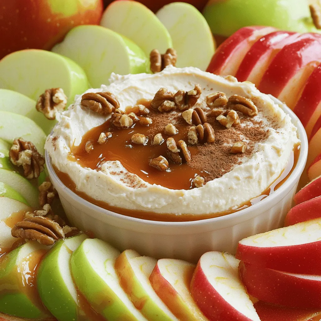 Für einen leckeren Caramel Apple Dip mit Cream Cheese brauchst du folgende Zutaten: - 225 g Frischkäse, weich und zimmertemperiert - 100 g brauner Zucker - 50 g Kristalzucker - 1 Teelöffel Vanilleextrakt - 60 ml Karamellsauce (aus dem Laden oder selbstgemacht) - 1 Teelöffel Zimt - 2 mittlere Äpfel (wie Granny Smith oder Honeycrisp), in Scheiben geschnitten - 75 g gehackte Nüsse (Walnüsse oder Pekannüsse) zum Garnieren (optional) - Zusätzliche Karamellsauce zum Beträufeln (optional) Die Mengen sind wichtig für den Geschmack. Frischkäse gibt dem Dip die Basis. Er sollte weich sein, damit er sich gut mischen lässt. Der braune Zucker sorgt für eine tiefe Süße. Kristalzucker fügt eine feine Süße hinzu. Vanilleextrakt bringt einen tollen Duft. Karamellsauce macht den Dip besonders. Zimt gibt eine warme Note. Äpfel sind der perfekte Partner. Nüsse sind optional, aber lecker. Die Wahl der Äpfel ist entscheidend. Granny Smith sind sauer und knusprig. Sie passen gut zur süßen Karamellsauce. Honeycrisp sind süß und saftig. Sie bringen eine andere Geschmacksnote. Du kannst auch andere Sorten probieren, aber achte auf frische Äpfel. Frische Äpfel haben mehr Geschmack. Schneide die Äpfel in dünne Scheiben. So dippen sie leicht in den cremigen Dip. Zuerst nimmst du 225 g weichen Frischkäse und gibst ihn in eine große Rührschüssel. Dann nimmst du einen elektrischen Handmixer und schlägst den Frischkäse glatt und cremig. Das ist wichtig, damit der Dip schön weich wird. Jetzt ist es Zeit, die süßen Zutaten hinzuzufügen. Du nimmst 100 g braunen Zucker und 50 g Kristalzucker. Gib auch 1 Teelöffel Vanilleextrakt dazu. Mische alles gut mit dem Handmixer. Die Mischung sollte gleichmäßig und cremig sein. Als Nächstes kommt der Spaß! Gib 60 ml Karamellsauce und 1 Teelöffel Zimt in die Schüssel. Rühre vorsichtig, bis alles gut vermischt ist. Du wirst den köstlichen Duft genießen. Wenn alles gut vermischt ist, gib die Mischung in eine Servierschüssel. Streiche die Oberfläche glatt. Stelle die Schüssel für etwa 30 Minuten in den Kühlschrank. So kann der Dip fest werden und die Aromen sich entfalten. Vor dem Servieren kannst du den Dip mit 75 g gehackten Nüssen garnieren. Wenn du magst, träufle noch etwas Karamellsauce darüber. Serviere die Apfelscheiben schön rund um den Dip. So kann jeder einfach eintauchen! Für das vollständige Rezept, schau dir die Anleitung im Full Recipe an. Ein häufiger Fehler ist, den Frischkäse nicht weich genug zu machen. Stelle sicher, dass er Zimmertemperatur hat. So wird der Dip schön cremig. Wenn du die Zutaten nicht gut vermischst, bleibt der Dip klumpig. Mixe alles gründlich, bis es glatt ist. Achte auch darauf, die Karamellsauce langsam hinzuzufügen. Zu viel auf einmal kann die Textur stören. Die perfekte Konsistenz ist wichtig. Wenn der Dip zu dick ist, füge mehr Karamellsauce hinzu. Wenn er zu dünn ist, kannst du mehr Frischkäse verwenden. Die Süße ist auch entscheidend. Probiere den Dip, während du ihn machst. Füge bei Bedarf mehr Zucker hinzu. Du kannst auch den Zimt nach deinem Geschmack anpassen. Serviere den Dip mit Äpfeln, wie Granny Smith oder Honeycrisp. Diese Äpfel sind knackig und frisch. Du kannst auch andere Früchte verwenden, wie Birnen oder Bananen. Für einen Crunch, streue gehackte Nüsse obendrauf. Optional kannst du auch zusätzliche Karamellsauce darüberträufeln. Stelle den Dip in eine schöne Schüssel, um ihn ansprechend zu präsentieren. Die Gäste werden begeistert sein! {{image_4}} Wenn du einen gesünderen Dip probieren möchtest, gibt es viele gute Wege. Statt Frischkäse kannst du griechischen Joghurt verwenden. Er macht den Dip cremig und hat weniger Fett. Du kannst auch Honig oder Agavendicksaft anstelle von Zucker nutzen. Das reduziert den Zuckergehalt. Für den gleichen Geschmack kannst du noch einen Spritzer Zitronensaft hinzufügen. So bleibt der Dip frisch und lecker. Möchtest du dem Dip mehr Tiefe geben? Dann probiere, verschiedene Aromen hinzuzufügen. Eine Prise Muskatnuss passt gut zu Zimt. Du kannst auch einen Esslöffel Erdnussbutter einrühren. Das bringt eine nussige Note. Auch etwas Kakao kann den Dip aufpeppen. Experimentiere mit verschiedenen Karamellsaucen. Ein bisschen Meersalz kann die Süße ausgleichen und den Geschmack verstärken. Saisonale Zutaten machen deinen Dip besonders. Im Herbst kannst du Kürbispüree hinzufügen. Das gibt einen tollen Geschmack und eine schöne Farbe. Zu Weihnachten passen Gewürze wie Nelke oder Ingwer gut. Für eine Sommerüberraschung könntest du Beeren wie Erdbeeren oder Himbeeren in die Mischung geben. Diese Früchte bringen Frische und Farbe. Du kannst den Dip auch in speziellen Formen anrichten, um ihn festlichen Anlässen anzupassen. Falls du die genauen Mengen und Zutaten benötigst, schau dir das Full Recipe an. Um den Caramel Apple Dip frisch zu halten, achte darauf, ihn richtig zu lagern. Der Dip bleibt am besten, wenn du ihn in einem luftdichten Behälter aufbewahrst. So schütze ich ihn vor Luft und Feuchtigkeit. Du kannst auch Frischhaltefolie direkt auf die Oberfläche legen, um Oxidation zu vermeiden. Im Kühlschrank hält sich der Dip bis zu fünf Tage. Stelle sicher, dass der Behälter gut verschlossen ist. Wenn du den Dip aus dem Kühlschrank nimmst, lass ihn kurz bei Raumtemperatur stehen. So wird er wieder cremig und lecker. Wenn du ihn wieder aufschlägst, wird er noch besser! Das Einfrieren des Dips ist nicht ideal. Frischkäse kann beim Auftauen wässrig werden und die Textur verändern. Wenn du dennoch einfrieren willst, tue das in einem gefrierfesten Behälter. Du kannst den Dip bis zu drei Monate einfrieren. Achte darauf, ihn gut abzutrennen, um Frostschäden zu vermeiden. Um ihn zu verwenden, lasse den Dip über Nacht im Kühlschrank auftauen. Rühre ihn danach gut durch, um die Konsistenz zu verbessern. Um diesen Dip zu machen, benötigst du Frischkäse, Zucker, Karamellsauce und Zimt. Beginne damit, den Frischkäse in einer Schüssel glatt zu rühren. Füge dann den braunen und Kristalzucker sowie den Vanilleextrakt hinzu. Rühre alles gut durch. Jetzt gib die Karamellsauce und den Zimt hinzu und mische alles, bis es cremig ist. Platziere den Dip in eine Schüssel und stelle ihn für 30 Minuten in den Kühlschrank. So werden die Aromen stärker. Serviere den Dip mit Apfelscheiben. Du findest das genaue Rezept [Full Recipe]. Der Dip kann im Kühlschrank bis zu fünf Tage halten. Achte darauf, ihn in einem luftdichten Behälter zu lagern. Wenn du ihn länger aufbewahren möchtest, friere ihn ein. So bleibt er frisch und lecker. Vor dem Servieren solltest du ihn jedoch auftauen und gut umrühren. Ja, du kannst viele Früchte verwenden! Neben Äpfeln passen Birnen, Bananen oder Pfirsiche gut. Schneide die Früchte in Scheiben oder Stücke, um sie leicht eintauchen zu können. Experimentiere mit verschiedenen Früchten, um deinen Lieblingsgeschmack zu finden. Zusammengefasst haben wir die besten Zutaten für einen leckeren Frischkäse-Dip besprochen. Ihr habt gelernt, wie man die perfekten Äpfel auswählt und wie man die Mischung zubereitet. Ich habe Tipps gegeben, um häufige Fehler zu vermeiden und die Konsistenz anzupassen. Zudem könnt ihr kreative Variationen ausprobieren und den Dip richtig lagern. Denkt daran, die richtigen Zutaten und Techniken nutzen. So bleibt euer Dip frisch und schmackhaft. Viel Spaß beim Dippen!