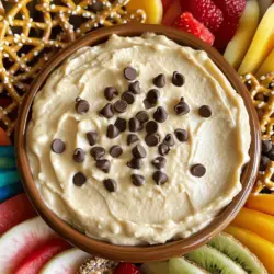 Für den perfekten Chocolate Chip Cookie Dough Dip benötigst du folgende Zutaten: - 1 Tasse Allzweckmehl (zur Sicherheit erhitzt) - 1/2 Tasse ungesalzene Butter, weich - 1/3 Tasse brauner Zucker, fest gepackt - 1/3 Tasse Kristallzucker - 2 Esslöffel Milch - 1 Teelöffel Vanilleextrakt - 1/2 Tasse Mini-Schokoladenstückchen - Eine Prise Salz Diese Zutaten sind die Basis für einen cremigen und leckeren Dip. Das Erhitzen des Mehls ist wichtig, um mögliche Bakterien abzutöten. Wenn du gesundheitsbewusster kochen möchtest, probiere diese Alternativen: - Verwendung von Vollkornmehl: Es gibt mehr Ballaststoffe und Nährstoffe. - Swap für alternative Süßstoffe: Du kannst Honig oder Agavendicksaft nutzen, um die Süße zu variieren. Diese Optionen verändern den Geschmack etwas, bieten aber gesündere Alternativen. Frische Zutaten machen einen großen Unterschied. Achte besonders auf: - Qualität der Schokoladenstückchen: Hochwertige Schokolade sorgt für besseren Geschmack. - Frische Butter für den besten Geschmack: Sie macht den Dip cremiger und reicher. Mit diesen frischen Zutaten wird dein Dip nicht nur lecker, sondern auch ein echter Genuss. Für das vollständige Rezept schaue auf die Seite des Full Recipe. Heizen Sie Ihren Ofen auf 175 °C vor. Verteilen Sie das Allzweckmehl gleichmäßig auf einem Backblech. Backen Sie das Mehl für 5-7 Minuten. Dies tötet mögliche Bakterien ab. Das Erhitzen ist wichtig für die Sicherheit. Nehmen Sie eine mittlere Schüssel. Fügen Sie die weiche Butter, den braunen Zucker und den Kristallzucker hinzu. Schlagen Sie alles kräftig für 2-3 Minuten. Die Mischung sollte leicht und fluffig sein. Dies gibt dem Dip eine tolle Textur. Gießen Sie nun die Milch und den Vanilleextrakt in die Schüssel. Rühren Sie alles gut um. Achten Sie darauf, dass die Masse homogen wird. Eine gleichmäßige Mischung macht den Dip cremig und lecker. Fügen Sie das abgekühlte, erhitzte Mehl und die Prise Salz hinzu. Rühren Sie langsam, bis alles gut vermischt ist. Es sollten keine Mehlklumpen mehr sichtbar sein. Dies sorgt für eine glatte Textur. Jetzt ist es Zeit für die Mini-Schokoladenstückchen. Fügen Sie sie sanft zur Mischung hinzu. Falten Sie die Zutaten vorsichtig ein, bis die Schokoladenstückchen gleichmäßig verteilt sind. Dies macht jeden Bissen köstlich. Wenn Sie eine festere Konsistenz wünschen, kühlen Sie den Dip für 30 Minuten im Kühlschrank. Dies ist aber optional. Servieren Sie den Dip in einer Schüssel. Genießen Sie ihn mit Brezeln, Obst oder Graham Crackern. Um die ideale cremige Textur zu haben, ist es wichtig, die richtigen Schritte zu befolgen. Beginne mit gut erweichter Butter. Sie sollte nicht zu kalt oder zu warm sein. Wenn die Butter zu hart ist, wird der Dip klumpig. Achte darauf, das Mehl gut zu erhitzen, um eine glatte Mischung zu erhalten. Eine Prise Salz rundet den Geschmack ab und verbessert die Textur. Manchmal kann der Dip zu dick oder zu dünn werden. Wenn er zu dick ist, füge einfach einen weiteren Esslöffel Milch hinzu. Das hilft, die Konsistenz zu verbessern. Achte darauf, das Mehl gut zu mischen. Klumpen können den Geschmack beeinträchtigen. Wenn du Klumpen siehst, rühre weiter, bis sie verschwinden. Die Präsentation macht einen großen Unterschied. Verwende eine schöne Schüssel, um den Dip zu servieren. Du kannst den Dip mit zusätzlichen Schokoladenstückchen oder bunten Streuseln dekorieren. Stelle verschiedene Dips wie frisches Obst oder Brezeln daneben. So können deine Gäste selbst kombinieren. Dadurch wird das Essen noch unterhaltsamer und ansprechender. {{image_4}} Um eine vegane Version des Chocolate Chip Cookie Dough Dips zu machen, müssen wir einige Zutaten anpassen. - Ersetzen Sie die ungesalzene Butter durch vegane Butter oder Kokosöl. - Verwenden Sie pflanzliche Milch wie Mandelmilch oder Hafermilch. - Nutzen Sie einen veganen Süßstoff wie Kokosblütenzucker, wenn gewünscht. Diese Änderungen sorgen dafür, dass der Dip immer noch lecker und cremig bleibt. Er schmeckt genauso gut! Um den Dip noch spannender zu machen, können Sie verschiedene Geschmäcker hinzufügen. - Fügen Sie eine halbe Tasse gehackte Nüsse hinzu, wie Walnüsse oder Pekannüsse. - Experimentieren Sie mit zusätzlichen Schokoladenstückchen, wie dunkler oder weißer Schokolade. - Probieren Sie auch verschiedene Aromen, wie Erdnussbutter oder Karamell. Diese Variationen bringen neue Geschmäcker in Ihren Dip und machen ihn besonders. Die Präsentation ist wichtig! Servieren Sie den Dip mit verschiedenen Beilagen für mehr Spaß. - Brezeln sind knusprig und passen gut dazu. - Obstscheiben, wie Äpfel oder Bananen, bringen Frische. - Graham Cracker sind süß und ideal zum Dippen. Diese Kombinationen machen das Essen noch aufregender und leckerer. Probieren Sie es aus! Um den Chocolate Chip Cookie Dough Dip frisch zu halten, ist die richtige Lagerung wichtig. Du solltest den Dip in einem luftdichten Behälter aufbewahren. Das hilft, den Geschmack und die Textur zu bewahren. Wenn du den Dip nicht sofort servierst, kühle ihn im Kühlschrank. Du kannst ihn auch einfrieren, wenn du ihn länger aufbewahren möchtest. Achte darauf, den Dip in Portionen zu teilen, um das Auftauen zu erleichtern. Wie lange hält sich der Chocolate Chip Cookie Dough Dip? Im Kühlschrank bleibt der Dip etwa 5 bis 7 Tage frisch. Wenn du ihn einfrierst, kann er bis zu 3 Monate halten. Das gibt dir die Freiheit, ihn im Voraus zuzubereiten. Achte darauf, den Dip vor dem Servieren gut aufzutauen. Nach dem Kühlen kann der Dip etwas fester werden. Um die Textur zu verbessern, nimm ihn aus dem Kühlschrank und lass ihn bei Raumtemperatur stehen. Rühre ihn dann gut durch. Du kannst auch einen Esslöffel Milch hinzufügen, um die Konsistenz zu verbessern. So bleibt der Dip cremig und lecker. Ja, du kannst das Rezept im Voraus machen. Der Dip bleibt frisch, wenn du ihn gut lagerst. - Tipps zur Vorbereitung und Lagerung: - Bereite den Dip einen Tag vorher zu. - Fülle ihn in einen luftdichten Behälter. - Stelle ihn im Kühlschrank auf. - Vor dem Servieren, rühre ihn gut um. Manchmal wird der Dip zu dick. Das kann passieren, wenn du zu viel Mehl verwendest. - Lösungen für die Konsistenz: - Füge mehr Milch hinzu, um ihn cremiger zu machen. - Rühre langsam und gleichmäßig, um die Zutaten gut zu vermischen. - Kühle den Dip weniger, wenn du ihn weicher magst. Ja, dieses Rezept ist kindgerecht. Es gibt keine rohen Eier und es ist einfach zu machen. - Sicherheitsaspekte und Anpassungen: - Achte darauf, das Mehl zu erhitzen, um Bakterien abzutöten. - Lass die Kinder beim Mixen helfen, das macht Spaß. - Du kannst weniger Zucker verwenden, wenn du es gesünder magst. Ja, du kannst viele Zutaten hinzufügen, um den Dip zu verändern. Es gibt viele Möglichkeiten. - Vorschläge für kreative Ergänzungen: - Füge Nüsse oder andere Schokoladenstückchen hinzu. - Probiere Erdnussbutter oder Karamell für einen anderen Geschmack. - Verwende verschiedene Süßstoffe, um etwas Neues zu schaffen. Der Artikel zeigt dir, wie du einen köstlichen Chocolate Chip Cookie Dough Dip zubereitest. Wir haben die Zutaten detailliert betrachtet und gesunde Alternativen vorgeschlagen. Die Schritt-für-Schritt-Anleitung sorgt dafür, dass dein Dip perfekt gelingt. Du hast Tipps und Tricks erhalten, um Fehler zu vermeiden. Vergiss nicht, kreative Variationen auszuprobieren und den Dip toll zu präsentieren. Der richtige Aufbewahrung führt dazu, dass dein Dip frisch bleibt. Nutze die FAQs, um letzte Fragen zu klären. Viel Spaß beim Ausprobieren und Genießen!