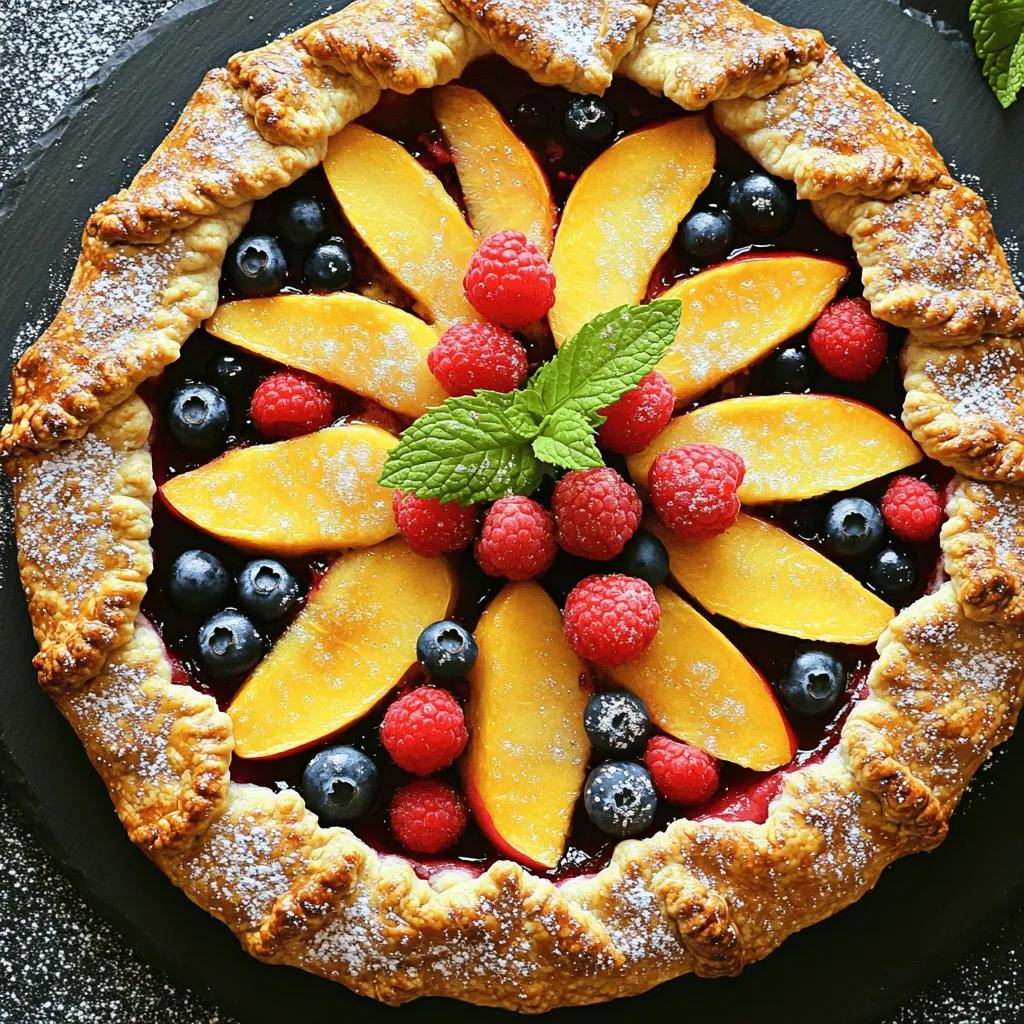 Für die Pfirsich- und Beeren-Galette benötigst du einige wichtige Zutaten. Diese sorgen dafür, dass dein Dessert lecker und frisch schmeckt. Hier sind die Hauptzutaten: - 2 reife Pfirsiche, in Scheiben geschnitten - 1 Tasse gemischte Beeren (Erdbeeren, Heidelbeeren, Himbeeren) - 2 Esslöffel Zucker (geteilt) - 1 Esslöffel Maisstärke - 1 Teelöffel Vanilleextrakt - 1 Teelöffel Zitronensaft - 1 fertiger Pizzateig (gekauft oder selbstgemacht) - 1 Ei, verquirlt (für den Eierwasch) - Prise Salz Diese Zutaten sind einfach zu finden und bringen die Frische der Früchte zur Geltung. Für eine hübsche Garnierung kannst du ein paar zusätzliche Zutaten verwenden. Sie machen die Galette noch ansprechender. Hier sind einige Optionen: - Frische Minzblätter zum Garnieren - Eine Kugel Vanilleeis für extra Genuss - Ein Hauch von Puderzucker für Süße Diese Optionen machen dein Dessert schön und lecker. Die Auswahl der Früchte ist sehr wichtig. Frische und reife Früchte schmecken besser. Ich empfehle, Pfirsiche und Beeren in der Saison zu kaufen. Achte darauf, dass: - Die Pfirsiche weich und süß sind, aber nicht überreif. - Die Beeren frisch und prall sind, ohne Druckstellen. Frische Früchte machen den größten Unterschied. Wenn du die besten Früchte auswählst, wirst du eine köstliche Galette bekommen. Du kannst die komplette Anleitung für die Zubereitung und das Backen in der [Full Recipe] finden. Heizen Sie Ihren Ofen auf 200 °C vor. Dies ist wichtig, um eine schöne, knusprige Kruste zu erzielen. Während der Ofen aufheizt, schneiden Sie die Pfirsiche in dünne Scheiben. Geben Sie die Pfirsiche und die gemischten Beeren in eine große Schüssel. Fügen Sie 1 Esslöffel Zucker, Maisstärke, Vanilleextrakt und Zitronensaft hinzu. Mischen Sie alles gut. Lassen Sie die Mischung etwa 10 bis 15 Minuten ruhen. In dieser Zeit ziehen die Aromen in die Früchte ein. Nehmen Sie den fertigen Pizzateig. Rollen Sie ihn auf einer leicht bemehlten Fläche aus. Machen Sie einen groben Kreis von etwa 30 cm Durchmesser. Achten Sie darauf, dass der Teig nicht zu dick ist. Übertragen Sie den Teig auf ein mit Backpapier ausgelegtes Backblech. Löffeln Sie die Fruchtmischung in die Mitte des Teiges. Lassen Sie dabei einen Rand von etwa 5 cm. Falten Sie die Ränder des Teigs über die Fruchtfüllung. Dies gibt der Galette ein rustikales Aussehen. Drücken Sie die Ränder leicht an, um sie zu versiegeln. Bestreichen Sie den freiliegenden Teig mit dem verquirlten Ei. Das sorgt für eine goldene Farbe. Streuen Sie den restlichen Esslöffel Zucker über die Ränder. Backen Sie die Galette dann 30 bis 35 Minuten lang. Achten Sie darauf, dass die Kruste goldbraun und die Früchte sprudelnd sind. Lassen Sie die Galette nach dem Backen etwa 10 Minuten abkühlen. So kann sie sich setzen und schneiden lässt sie sich besser. Die richtige Backzeit ist wichtig für die Galette. Ich empfehle eine Temperatur von 200 °C. Backen Sie die Galette 30 bis 35 Minuten lang. Achten Sie darauf, dass die Kruste goldbraun ist. Die Früchte sollten sprudelnd sein. Wenn die Kruste zu schnell bräunt, decken Sie sie mit Alufolie ab. Um die perfekte Kruste zu erzielen, verwenden Sie kalte Zutaten. Kalte Butter und kaltes Wasser helfen, die Kruste knusprig zu machen. Rollen Sie den Teig nicht zu dünn aus. Ein dickerer Teig hält die Füllung besser. Lassen Sie den Teig nach dem Ausrollen 15 Minuten ruhen. So bleibt er formstabil und lässt sich leichter handhaben. Servieren Sie die Galette warm oder bei Zimmertemperatur. Eine Kugel Vanilleeis passt perfekt dazu. Frische Minzblätter verleihen einen schönen Kontrast. Sie können auch einen Spritzer Zitronensaft über die Galette geben. Das hebt die Aromen der Früchte hervor. Ein Schuss Sahne macht das Dessert noch reichhaltiger. {{image_4}} Eine Galette ist sehr flexibel. Du kannst jede Frucht verwenden, die dir gefällt. Im Sommer bieten sich frische Pfirsiche und Beeren an. Im Herbst kann man Äpfel und Birnen verwenden. Im Winter sind Zitrusfrüchte wie Orangen oder Grapefruits toll. Im Frühling kannst du Rhabarber und Erdbeeren kombinieren. Experimentiere mit verschiedenen Früchten und finde deine Lieblingskombination! Wenn du eine vegane Galette machen möchtest, gibt es einfache Alternativen. Statt Ei kannst du Pflanzenmilch verwenden. Soja-, Mandel- oder Hafermilch eignen sich gut. Du kannst auch etwas Ahornsirup oder Pflanzensahne für Glanz und Farbe nutzen. Diese Optionen geben der Galette ein schönes Aussehen, ohne tierische Produkte zu verwenden. Für eine glutenfreie Galette kannst du spezielle glutenfreie Mehle nutzen. Reismehl, Mandelmehl oder eine glutenfreie Mehlmischung funktionieren gut. Achte darauf, die Mengen anzupassen, da glutenfreies Mehl anders reagiert. Du kannst auch fertige glutenfreie Teigoptionen kaufen. So kannst du die Galette auch ohne Gluten genießen. Die Rezepte und Ideen sind so vielfältig wie die Früchte selbst! Schau dir die vollständige Anleitung in der [Full Recipe] an und kreiere deine eigene leckere Galette. Um die Reste der Galette gut zu lagern, lasse sie abkühlen. Wickele sie dann in Frischhaltefolie oder lege sie in einen luftdichten Behälter. So bleiben die Aromen frisch und die Kruste knusprig. Du kannst die Galette auch in Stücke schneiden, um die Portionen zu erleichtern. Um die Galette wieder aufzuwärmen, heize den Ofen auf 180 °C. Lege die Stücke auf ein Backblech und backe sie für etwa 10-15 Minuten. Dies hilft, die Kruste wieder knusprig zu machen. Du kannst auch die Mikrowelle benutzen, aber die Kruste wird dabei weich. Die Galette hält sich im Kühlschrank etwa 3 bis 4 Tage. Achte darauf, sie gut zu verpacken, um das Austrocknen zu vermeiden. Wenn du sie länger aufbewahren möchtest, kannst du die Galette auch einfrieren. In einem luftdichten Behälter gefroren, bleibt sie bis zu 3 Monate gut. Um sie zu genießen, taue sie einfach im Kühlschrank auf und wärme sie wie oben beschrieben auf. Die Pfirsich- und Beeren-Galette bleibt im Kühlschrank etwa 3 bis 4 Tage frisch. Lagern Sie sie in einem luftdichten Behälter. So bleibt die Kruste knusprig und die Früchte saftig. Ich empfehle, sie bei Zimmertemperatur zu genießen. So schmeckt sie am besten. Ja, gefrorene Früchte sind eine tolle Option! Sie sind oft reif und süß, wenn sie gefroren werden. Achten Sie darauf, die Früchte vorher leicht abzutauen und das überschüssige Wasser abzugießen. Dies hilft, die Galette knusprig zu halten. Experimentieren Sie mit verschiedenen gefrorenen Beeren! Absolut! Der Teig der Galette ist sehr vielseitig. Sie können ihn mit Äpfeln, Birnen oder sogar herzhaften Füllungen wie Spinat und Feta füllen. Die Möglichkeiten sind endlos. Seien Sie kreativ und verwenden Sie, was Ihnen schmeckt. Der Teig bleibt immer lecker und einfach zu handhaben. Für das vollständige Rezept, schauen Sie sich die Anleitung zur Pfirsich- und Beeren-Galette an. Die Pfirsich- und Beeren-Galette ist einfach zuzubereiten und köstlich. Wir haben die wichtigen Zutaten, die besten Früchte und nützliche Tipps besprochen. Jeder Schritt, von der Vorbereitung bis zum perfekten Backen, spielt eine Rolle. Variationen und Aufbewahrungshinweise helfen dabei, die Galette noch besser zu machen. Mit diesen Tipps hast du alles, was du brauchst, um deine eigene Galette zu kreieren. Jetzt liegt es an dir, diese Leckerei auszuprobieren und deine Familie zu beeindrucken. Viel Spaß beim Backen!