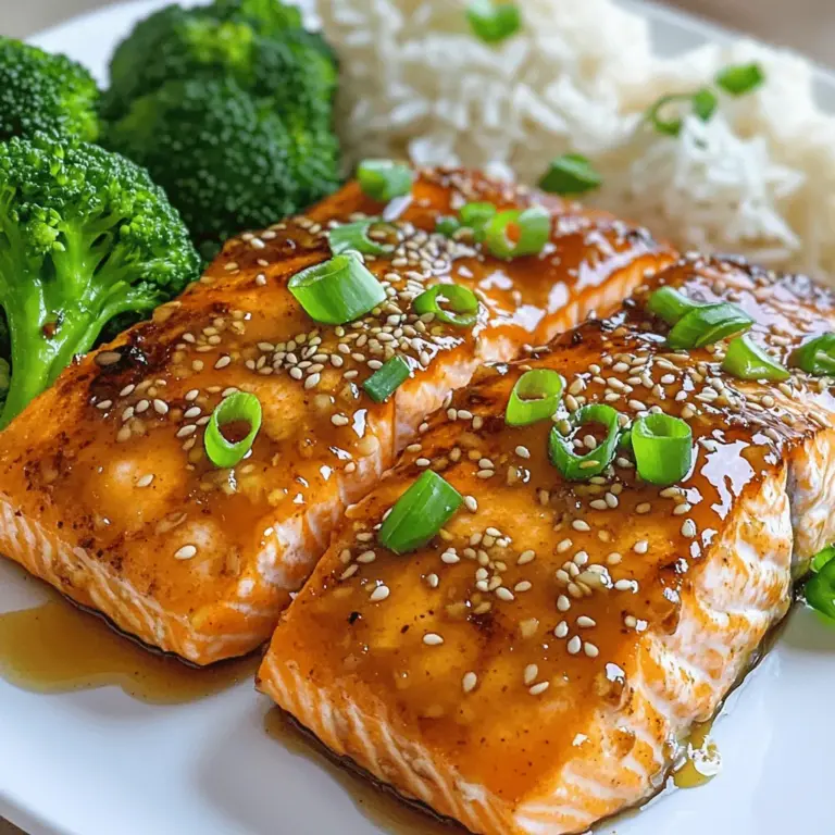 Um knusprigen Honig-Knoblauch-Lachs zu machen, brauchst du folgende Zutaten: - 4 Lachsfilets - 3 Esslöffel Honig - 2 Esslöffel Sojasauce - 4 Knoblauchzehen, fein gehackt - 1 Esslöffel frisch geriebener Ingwer - 1 Esslöffel Olivenöl - Salz und Pfeffer nach Geschmack - 1 Teelöffel Sesamsamen (zum Garnieren) - 2 Frühlingszwiebeln, in Ringe geschnitten (zum Garnieren) Diese Zutaten bringen die Aromen perfekt zusammen. Honig sorgt für die Süße, während Knoblauch und Ingwer einen tollen Kick geben. Wenn du etwas Abwechslung suchst, probiere diese Alternativen: - Statt Honig kannst du Ahornsirup verwenden. - Verwende Tamari für eine glutenfreie Option. - Füge Chili-Flocken hinzu, um etwas Schärfe zu bringen. - Ersetze Lachs durch Forelle oder Makrele für einen anderen Geschmack. Diese Alternativen können dir helfen, das Rezept nach deinem Geschmack anzupassen. Frischer Lachs ist der Schlüssel zu einem guten Gericht. Achte auf diese Punkte: - Der Lachs sollte glänzend und feucht aussehen. - Die Farbe sollte gleichmäßig und lebendig sein. - Er sollte keinen starken Fischgeruch haben. - Frag den Verkäufer nach dem Fangdatum. Frischer Lachs macht den Unterschied. Wenn du darauf achtest, wird dein Honig-Knoblauch-Lachs lecker und saftig. Für mehr Details zu diesem Rezept schau dir [Full Recipe] an. Um die Marinade zu machen, mische zuerst den Honig und die Sojasauce in einer kleinen Schüssel. Füge dann den fein gehackten Knoblauch und den geriebenen Ingwer hinzu. Rühre die Mischung gut um, bis alles gut vermischt ist. Bewahre die Hälfte der Marinade in einer separaten Schüssel auf. Diese verwenden wir später zum Glasieren des Lachses. Nimm die Lachsfilets und tupfe sie mit Küchenpapier trocken. Würze sie gleichmäßig mit Salz und Pfeffer auf beiden Seiten. Lege die Filets dann in eine flache Auflaufform. Gieße die vorbereitete Marinade gleichmäßig über den Lachs. Lass ihn etwa 10 Minuten marinieren. Währenddessen kannst du die Kochfläche vorbereiten. Erhitze in einer großen beschichteten Pfanne das Olivenöl bei mittlerer bis hoher Hitze. Wenn das Öl heiß ist, lege die Lachsfilets mit der Hautseite nach unten in die Pfanne. Koche den Lachs 4-5 Minuten lang, ohne ihn zu bewegen. So wird die Haut schön knusprig. Wende den Lachs vorsichtig mit einem Spatel. Gieße dann die aufbewahrte Marinade über die Filets. Koche den Lachs weitere 3-4 Minuten. Beträufle ihn während des Kochens mit der Sauce. Der Lachs ist fertig, wenn die Innentemperatur 63°C erreicht. Nimm den Lachs aus der Pfanne und lass ihn für eine Minute ruhen. Serviere den Lachs und genieße die Aromen! Du kannst auch die Sesamsamen und die geschnittenen Frühlingszwiebeln darüberstreuen. Für mehr Details schau dir das [Full Recipe] an. Um Lachs perfekt zu garen, achte auf die Dicke der Filets. Dünnere Filets benötigen etwa 4-5 Minuten pro Seite. Dickere Stücke können bis zu 6-7 Minuten pro Seite brauchen. Die Innentemperatur sollte 63°C erreichen. Nutze ein Fleischthermometer, um sicher zu sein. Wenn der Lachs opak und leicht flockig ist, ist er fertig. Die Haut des Lachses wird knusprig, wenn du sie richtig zubereitest. Beginne mit einem trockenen Filet. Tupfe die Haut gründlich mit Küchenpapier ab. Erhitze das Öl gut in der Pfanne. Lege den Lachs mit der Hautseite nach unten hinein. Lasse ihn ungestört garen, damit die Haut Zeit hat, knusprig zu werden. Wende ihn erst, wenn er gut gebräunt ist. Ein häufiger Fehler ist, den Lachs zu früh zu wenden. Das kann die Haut zerreißen. Achte darauf, den Lachs vor dem Kochen zu würzen. Zu wenig Salz kann den Geschmack mindern. Verwende frische Zutaten, um den besten Geschmack zu erzielen. Lagere die Marinade niemals mit rohem Fisch zusammen. Das kann zu einer schlechten Textur führen. Für die besten Ergebnisse, folge dem [Full Recipe]. {{image_4}} Du kannst den Honig durch andere Süßungsmittel ersetzen. Ahornsirup gibt dem Lachs einen neuen Geschmack. Agavendicksaft ist ebenfalls eine gute Wahl. Beide Optionen sind süß und lecker. Experimentiere mit den Mengen, um deinen perfekten Geschmack zu finden. Füge deinem Lachs mehr Aromen hinzu, um ihn interessanter zu machen. Ein Spritzer Zitrone bringt Frische. Chili-Flocken sorgen für einen scharfen Kick. Auch frische Kräuter wie Koriander oder Petersilie machen den Lachs lebendig. Probiere verschiedene Kombinationen aus, um deinen Lieblingsgeschmack zu finden. Wenn du eine vegetarische Option möchtest, probiere Tofu oder Tempeh. Beide sind großartige Alternativen. Mariniere sie genau wie den Lachs. Die Kochzeiten sind ähnlich. Du wirst überrascht sein, wie gut diese Optionen schmecken. So kannst du das Rezept ganz einfach anpassen. Für die vollständige Anleitung und weitere Details, schau dir das Rezept für knusprigen Honig-Knoblauch-Lachs an. Um deinen übrig gebliebenen Lachs frisch zu halten, lege ihn in einen luftdichten Behälter. Achte darauf, dass der Lachs gut abgekühlt ist, bevor du ihn verpackst. So verhinderst du, dass er Feuchtigkeit aufnimmt. Du kannst auch Frischhaltefolie verwenden, um den Lachs direkt einzuwickeln. Das hilft, den Geschmack zu bewahren. Wenn du deinen Lachs wieder aufwärmst, mache das vorsichtig. Den Lachs in der Mikrowelle zu erwärmen, kann ihn trocken machen. Stattdessen erhitze ihn in einer Pfanne bei niedriger Hitze. Füge ein wenig Wasser oder Brühe hinzu, um die Feuchtigkeit zu sichern. So bleibt der Lachs zart und lecker. Im Kühlschrank hält sich der Lachs etwa 2 bis 3 Tage. Achte darauf, ihn sofort nach dem Kochen zu kühlen. Im Gefrierfach kann der Lachs bis zu 3 Monate halten. Wenn du ihn einfrierst, achte darauf, ihn gut zu verpacken. So verhinderst du Gefrierbrand. Für die besten Ergebnisse, lasse den Lachs langsam im Kühlschrank auftauen. So bleibt seine Textur und sein Geschmack erhalten. Lachs zuzubereiten dauert nur 30 Minuten. Du kannst in 10 Minuten die Marinade machen. Danach brauchst du etwa 20 Minuten, um den Lachs zu garen. Das ist schnell und einfach. Ja, du kannst gefrorenen Lachs verwenden. Achte darauf, ihn vorher gut aufzutauen. Lasse den Lachs über Nacht im Kühlschrank. So bleibt der Geschmack gut. Wenn du es eilig hast, lege ihn in kaltes Wasser für 30 Minuten. Zu knusprigem Honig-Knoblauch-Lachs passen viele Beilagen. Hier sind einige tolle Ideen: - Gedämpfter Brokkoli - Jasminreis - Quinoa - Grüner Salat - Süßkartoffeln Diese Beilagen machen dein Essen bunt und lecker. Sie ergänzen den Lachs perfekt. Probiere verschiedene Kombinationen aus. Es gibt viele Möglichkeiten! Zusammenfassend haben wir die besten Zutaten für knusprigen Honig-Knoblauch-Lachs erkundet. Du hast gelernt, wie man den Lachs richtig mariniert, kocht und die Haut perfekt knusprig macht. Wir haben auch verschiedene Variationen und Aufbewahrungsmethoden besprochen. Denke daran, frischen Lachs auszuwählen und häufige Fehler zu vermeiden. Mit diesen Tipps kannst du dein Gericht köstlich und spannend gestalten. Probier es aus und genieße dein eigenes Meisterwerk!