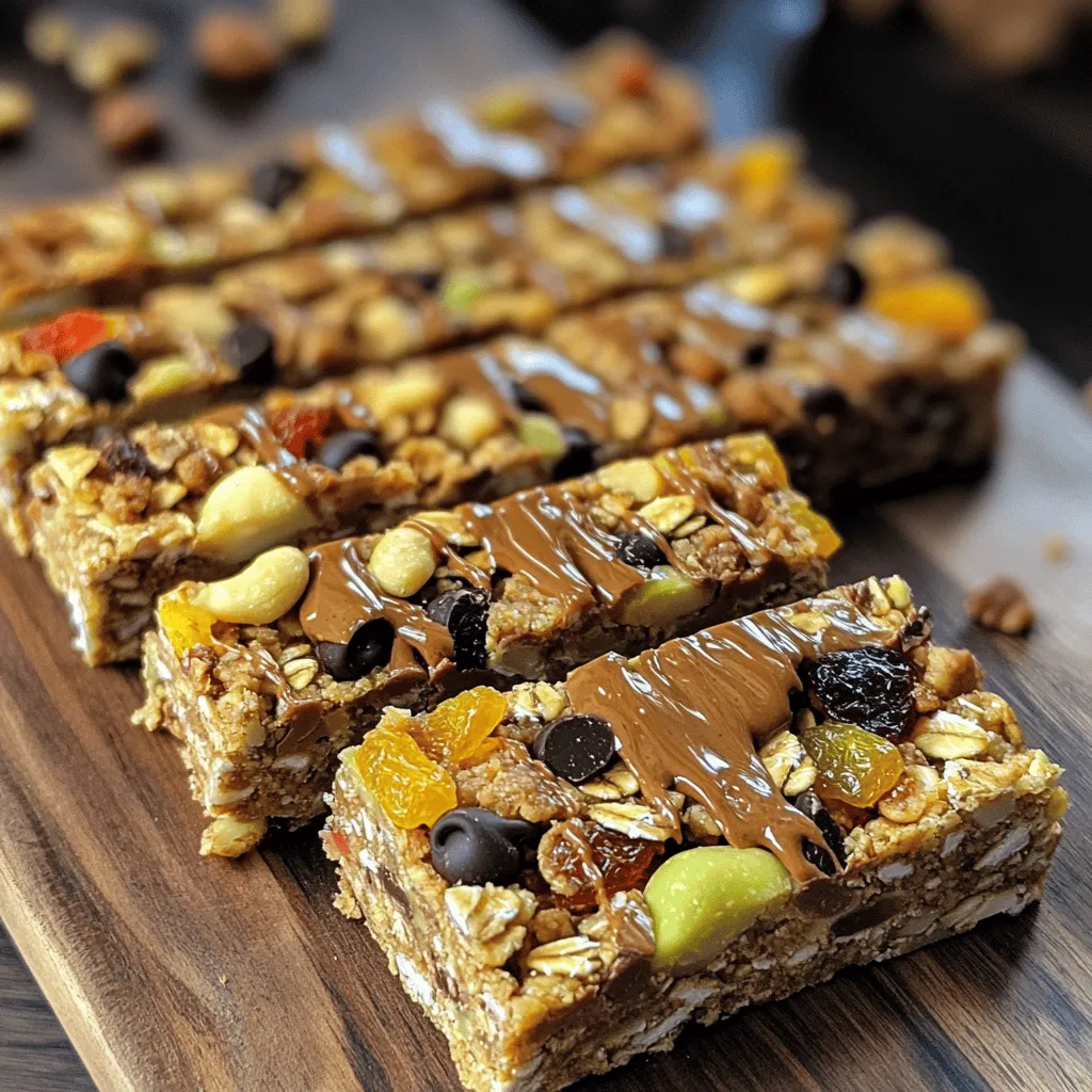 Um köstliche Homemade Granola Bars zu machen, brauchst du einige wichtige Zutaten. Diese Zutaten geben den Riegeln Geschmack und Textur. Hier sind die Hauptzutaten: - 2 Tassen Haferflocken - 1 Tasse gemischte Nüsse (Mandeln, Cashewnüsse, Pekannüsse), grob gehackt - 1/2 Tasse Samen (Kürbiskerne, Sonnenblumenkerne) - 1/2 Tasse Honig oder Ahornsirup - 1/2 Tasse Nussbutter (Erdnussbutter oder Mandelbutter) - 1/2 Tasse getrocknete Früchte (Rosinen, Cranberries oder Aprikosen), gehackt - 1/4 Tasse Zartbitterschokoladenstückchen (optional) - 1 Teelöffel Vanilleextrakt - 1/2 Teelöffel Zimt - Prise Salz Diese Zutaten sorgen für einen nussigen Crunch und viel Energie. Sie machen die Riegel perfekt für einen Snack oder ein schnelles Frühstück. Du kannst die Zutaten leicht anpassen, um verschiedene Geschmäcker zu treffen. Hier sind einige Ideen: - Ersetze die Nüsse durch Kerne, wenn du Nuss-allergisch bist. - Füge Kokosraspel für einen tropischen Geschmack hinzu. - Probiere verschiedene getrocknete Früchte wie Datteln oder Feigen. - Nutze Agavendicksaft oder Honig-Alternativen für eine vegane Option. - Verwende verschiedene Gewürze wie Muskatnuss oder Ingwer für mehr Tiefe. Diese Alternativen helfen dir, die Granola Bars nach deinem Geschmack zu gestalten. Die Nährwerte der Homemade Granola Bars sind wichtig, wenn du auf deine Ernährung achtest. Pro Portion (1 Riegel) erhältst du etwa: - Kalorien: 200 kcal - Fett: 10 g - Kohlenhydrate: 25 g - Ballaststoffe: 4 g - Eiweiß: 6 g Diese Nährwerte sind ungefähre Angaben und können je nach den verwendeten Zutaten variieren. Mit dieser Mischung erhältst du einen nahrhaften Snack, der dir Energie gibt und satt macht. Du kannst das Rezept im Vollformat nachlesen, um alles genau nachzukochen. Um deine köstlichen Homemade Granola Bars zuzubereiten, beginne mit den Zutaten. Du brauchst: - 2 Tassen Haferflocken - 1 Tasse gemischte Nüsse (Mandeln, Cashewnüsse, Pekannüsse), grob gehackt - 1/2 Tasse Samen (Kürbiskerne, Sonnenblumenkerne) - 1/2 Tasse Honig oder Ahornsirup - 1/2 Tasse Nussbutter (Erdnussbutter oder Mandelbutter) - 1/2 Tasse getrocknete Früchte (Rosinen, Cranberries oder Aprikosen), gehackt - 1/4 Tasse Zartbitterschokoladenstückchen (optional) - 1 Teelöffel Vanilleextrakt - 1/2 Teelöffel Zimt - Prise Salz 1. Heize deinen Ofen auf 175 °C vor. Lege eine Backform mit Backpapier aus. Lass etwas Papier überstehen, das hilft beim Herausnehmen. 2. Vermische in einer großen Schüssel die Haferflocken, Nüsse, Samen, Zimt und Salz. 3. In einer anderen Schüssel erwärmst du den Honig und die Nussbutter in der Mikrowelle. Mische sie nach 30 Sekunden gut. 4. Gieße die feuchte Mischung über die trockenen Zutaten. Rühre alles gut um, bis alles gleichmäßig bedeckt ist. 5. Füge jetzt die getrockneten Früchte und die Schokoladenstückchen hinzu. Mische vorsichtig. 6. Übertrage die Mischung in die Backform. Drücke sie fest zusammen, damit die Riegel nicht zerfallen. Backe die Granola Bars für 20 bis 25 Minuten im Ofen. Sie sind fertig, wenn die Ränder leicht goldbraun sind. Nimm die Form nach dem Backen aus dem Ofen. Lass die Bars in der Form vollständig abkühlen. Das hilft, die Riegel stabil zu machen. Um die perfekte Konsistenz zu erreichen, drücke die Mischung gut in die Form. Je fester du es machst, desto besser halten die Riegel zusammen. Du kannst auch die Backzeit anpassen. Wenn du weichere Riegel magst, backe sie kürzer. Bei festeren Riegeln lasse sie länger im Ofen. Damit hast du immer die perfekten Homemade Granola Bars! Für das komplette Rezept, einschließlich der Zubereitung, schau dir das Rezept an. Ein häufiger Fehler beim Backen von Granola Bars ist, die Mischung nicht gut zu drücken. Wenn die Mischung locker bleibt, zerbricht sie leicht. Achte darauf, die Mischung fest in die Form zu drücken. Ein weiterer Fehler ist, die Backzeit zu ignorieren. Halte die Riegel im Auge. Sie sollten goldbraun werden, aber nicht zu dunkel. Wenn du die Riegel zu früh aus dem Ofen nimmst, werden sie nicht fest. Um die Riegel perfekt zu schneiden, lasse sie zuerst vollständig abkühlen. Das erleichtert das Schneiden und verhindert Bruch. Nutze ein scharfes Messer oder ein Pizzaschneider. Beginne in der Mitte und arbeite dich nach außen. So erhältst du gleichmäßige Stücke. Wenn du die Riegel vor dem Schneiden leicht einfrierst, wird das Schneiden noch einfacher. Um mehr Geschmack hinzuzufügen, experimentiere mit verschiedenen Nüssen und Samen. Walnüsse oder Haselnüsse bringen eine neue Note. Du kannst auch Gewürze wie Muskatnuss oder Ingwer hinzufügen. Für mehr Textur füge Kakaonibs oder Kokosraspeln hinzu. Das gibt den Riegeln einen tollen Crunch. Denke daran, die getrockneten Früchte zu variieren. Cranberries und Aprikosen sind lecker, aber auch Feigen oder Datteln sind eine tolle Wahl. Wenn du diese Tipps beachtest, wird dein Granola Bar Rezept ein voller Erfolg. Probiere sie aus und genieße die köstlichen Homemade Granola Bars! Für das vollständige Rezept, schaue hier [Full Recipe]. {{image_4}} Für Menschen mit bestimmten Diäten gibt es viele gesunde Varianten von granola bars. Wenn du glutenfrei bist, wähle glutenfreie Haferflocken. Für vegane Riegel ersetze Honig durch Agavendicksaft oder Ahornsirup. Du kannst auch Kokosöl anstelle von Nussbutter verwenden. So bleibst du gesund und genießt dennoch leckere Snacks. Um neue Geschmäcker zu entdecken, füge verschiedene Zutaten hinzu. Wie wäre es mit Zimt oder Kakao? Für einen fruchtigen Kick kannst du gefriergetrocknete Früchte verwenden. Diese sind leicht und geben deiner Mischung Farbe. Auch Nussmus wie Cashew- oder Haselnussbutter bringt einen neuen Geschmack. Du kannst die Zutaten nach deinen Vorlieben anpassen. Magst du es süß? Füge mehr Honig oder Trockenfrüchte hinzu. Für mehr Crunch sind Chiasamen oder Leinsamen gute Optionen. Überlege, was dir schmeckt und experimentiere. Das macht das Kochen spannend und kreativ. Du findest die perfekte Mischung für dich. Für das vollständige Rezept, schau dir den Full Recipe an. Um deine Homemade Granola Bars frisch zu halten, lege sie in einen luftdichten Behälter. Das hilft, die Feuchtigkeit fernzuhalten. Du kannst die Riegel auch mit Backpapier trennen. So kleben sie nicht zusammen. Bewahre sie bei Raumtemperatur auf, wenn du sie in einer Woche aufbrauchen möchtest. Die Homemade Granola Bars halten sich bis zu einer Woche bei Raumtemperatur. Im Kühlschrank bleiben sie bis zu zwei Wochen frisch. Das kühle Klima hilft, die Frische zu bewahren. Achte darauf, dass der Behälter gut verschlossen ist. Du kannst die Riegel auch einfrieren. Wickel sie einzeln in Frischhaltefolie. Lege sie dann in einen gefrierfesten Beutel. So bleiben sie bis zu drei Monate haltbar. Zum Aufwärmen lege die Riegel einfach für ein paar Sekunden in die Mikrowelle. So schmecken sie warm und lecker. Diese Hinweise helfen dir, die köstlichen Riegel optimal zu lagern. Für das vollständige Rezept schau dir die [Full Recipe] an. Du kannst deine Homemade Granola Bars bis zu einer Woche bei Raumtemperatur aufbewahren. Stelle sicher, dass du sie in einem luftdichten Behälter aufbewahrst. Wenn du sie länger frisch halten möchtest, lege die Riegel in den Kühlschrank. Dort bleiben sie bis zu zwei Wochen gut. Wenn du die Riegel einfrierst, halten sie bis zu drei Monate. Das ist eine gute Option, wenn du einen Vorrat an Snacks haben möchtest. Ja, du kannst die Riegel leicht vegan machen. Ersetze den Honig durch Ahornsirup oder Agavendicksaft. Achte darauf, dass die Nussbutter keine tierischen Produkte enthält. Alle anderen Zutaten sind bereits vegan. So bleibt der Geschmack gleich lecker, und du hast einen tollen Snack für alle. Die besten Zusätze machen deine Granola Bars noch schmackhafter. Hier sind einige Ideen: - Nüsse: Walnüsse, Haselnüsse oder Pistazien. - Samen: Leinsamen oder Chiasamen für mehr Nährstoffe. - Früchte: Getrocknete Bananen oder Mangos für einen fruchtigen Kick. - Schokolade: Weiße Schokolade für eine süße Note. - Gewürze: Ingwer oder Muskatnuss für mehr Tiefe. Experimentiere mit verschiedenen Kombinationen, um deine perfekten Riegel zu finden. Für das vollständige Rezept schau dir den Abschnitt Nussiger Crunch Power-Riegel an. Homemade Granola Bars sind einfach zu machen. Wir haben die besten Zutaten und alternative Optionen besprochen. Die Schritt-für-Schritt-Anleitung hilft dir, Fehler zu vermeiden. Die Tipps zeigen dir, wie du den perfekten Snack erhältst. Mit Variationen sorgst du für neuen Geschmack. Und schließlich hast du jetzt alle Informationen zur Aufbewahrung. Mach die Riegel nach deinem Geschmack und genieße sie frisch! Gesund naschen war nie einfacher.