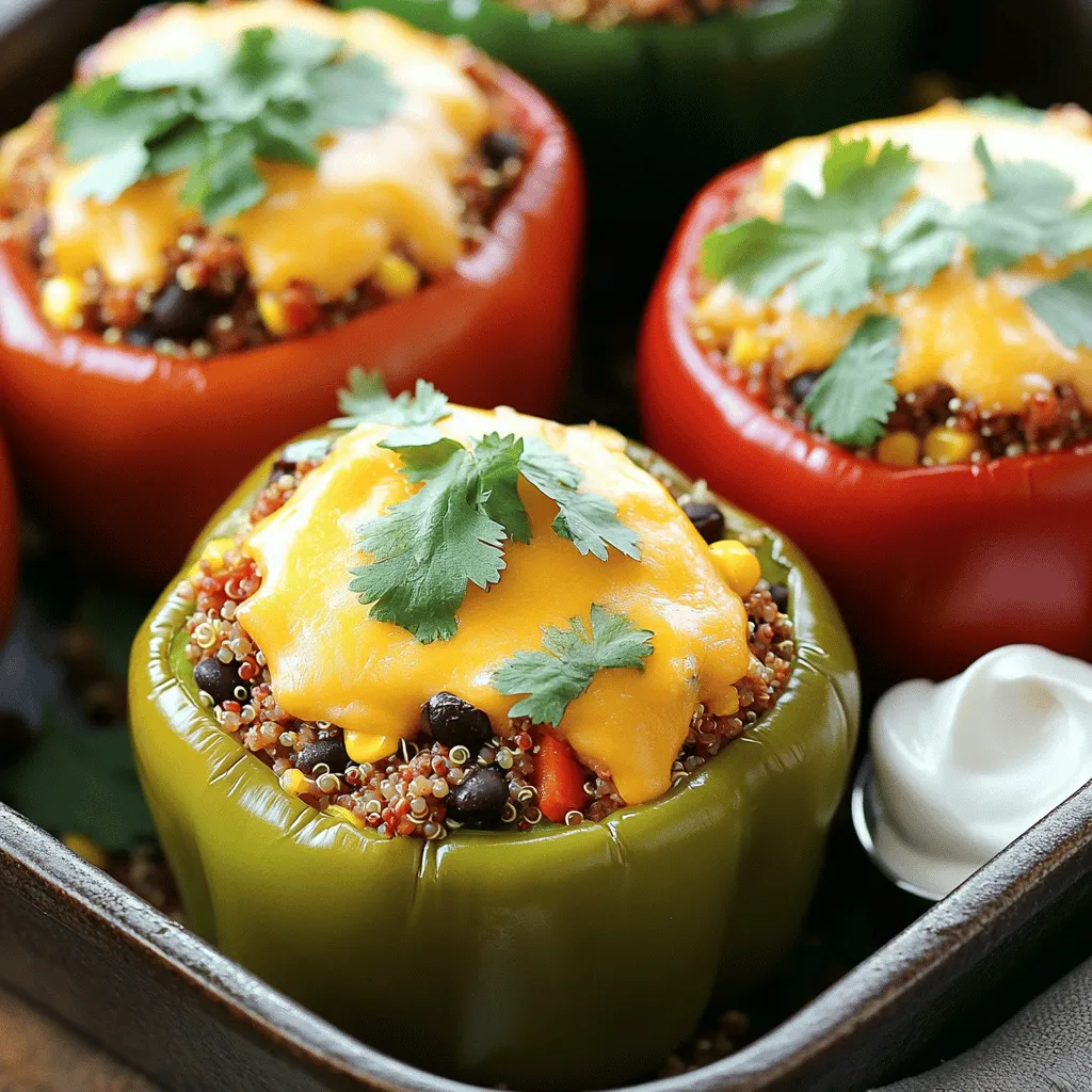 Für Taco gefüllte Paprikaschoten benötigen Sie einige wichtige Zutaten. Diese Zutaten sind einfach zu finden und machen das Gericht lecker. - 4 große Paprikaschoten (jede Farbe nach Wahl) - 450 g gemahlenes Truthahn- oder Rindfleisch - 240 ml gekochte Quinoa oder brauner Reis - 1 Dose (425 g) schwarze Bohnen, abgetropft und abgespült - 240 ml Mais (gefroren oder aus der Dose) - 1 Päckchen Taco-Gewürz - 240 ml gewürfelte Tomaten (frisch oder aus der Dose) - 120 g geriebener Cheddar-Käse - 60 g frischer Koriander, gehackt - Salz und Pfeffer nach Geschmack - Sauerrahm oder griechischer Joghurt zum Servieren (optional) Diese Zutaten ergeben eine schmackhafte und nahrhafte Füllung. Die Paprikaschoten sind die perfekte Hülle, um all diese Aromen zu vereinen. Die Gewürze spielen eine große Rolle in diesem Rezept. Taco-Gewürz bringt Geschmack und Tiefe. Es enthält typischerweise Kreuzkümmel, Paprika und Chili. Diese Gewürze machen die Füllung würzig und aromatisch. Ein Spritzer Wasser hilft, die Mischung zu binden. So bleibt alles saftig und gut zusammen. Salz und Pfeffer sind wichtig, um den Geschmack zu heben. Sie können die Menge nach Ihrem Geschmack anpassen. Toppings machen das Gericht noch besser. Sie können Sauerrahm oder griechischen Joghurt verwenden. Diese geben eine cremige Note. Frischer Koriander ist ein tolles Topping, das Frische bringt. Sie können auch Avocado oder Guacamole hinzufügen. Diese passen gut zu den Aromen. Weitere Ideen sind Salsa oder Jalapeños für einen extra Kick. Entdecken Sie die vielen Möglichkeiten, Taco gefüllte Paprikaschoten zu genießen! Für das vollständige Rezept schauen Sie sich die [Full Recipe] an. Zuerst heizen Sie Ihren Ofen auf 190°C vor. Nehmen Sie vier große Paprikaschoten, jede Farbe ist erlaubt. Schneiden Sie die Oberteile ab und entfernen Sie die Samen und die Innenteile. Das gibt Platz für die leckere Füllung. Bestreichen Sie die Außenseite der Paprikaschoten leicht mit Olivenöl. Stellen Sie sie in eine Auflaufform, bereit für die Füllung. Erhitzen Sie eine große Pfanne bei mittlerer Hitze. Geben Sie 450 g gemahlenes Truthahn- oder Rindfleisch hinein. Braten Sie das Fleisch an, bis es ganz durchgegart ist. Zerkleinern Sie es dabei in kleine Stücke. Gießen Sie überschüssiges Fett ab, falls nötig. Fügen Sie dann 240 ml gekochte Quinoa oder braunen Reis, 1 Dose schwarze Bohnen, 240 ml Mais und 240 ml gewürfelte Tomaten hinzu. Streuen Sie ein Päckchen Taco-Gewürz hinein. Rühren Sie alles gut um und lassen Sie es 5 Minuten köcheln. Schmecken Sie die Mischung mit Salz und Pfeffer ab. Füllen Sie jede Paprikaschote mit der Taco-Mischung. Drücken Sie die Füllung fest hinein, damit sie gut passt. Stellen Sie die gefüllten Paprikaschoten in den vorgeheizten Ofen. Backen Sie sie für 25 bis 30 Minuten. Die Paprika sollten zart sein. In den letzten fünf Minuten streuen Sie 120 g geriebenen Cheddar-Käse auf jede Schote. Lassen Sie sie zurück im Ofen, bis der Käse schmilzt. Nach dem Backen lassen Sie sie ein paar Minuten abkühlen. Garnieren Sie die Schoten mit 60 g gehacktem Koriander. Servieren Sie sie mit einem Klecks Sauerrahm oder griechischem Joghurt, wenn Sie möchten. Wählen Sie frische Paprikaschoten aus. Achten Sie auf eine glatte Haut. Die Farbe ist wichtig. Rote, gelbe und grüne Paprikaschoten haben unterschiedliche Geschmäcker. Größere Schoten bieten mehr Platz für die Füllung. Drücken Sie leicht auf die Paprika. Sie sollte fest sein. Vermeiden Sie Paprika mit Flecken oder weichen Stellen. Diese sind oft nicht mehr frisch. Kaufen Sie die Paprika am besten in der Saison. Das verbessert den Geschmack und die Qualität. Es gibt viele Wege, Taco gefüllte Paprikaschoten anzupassen. Für Vegetarier ersetzen Sie das Fleisch mit Linsen oder Pilzen. Diese Optionen sind nahrhaft und lecker. Vegane Varianten können mit pflanzlichem Käse zubereitet werden. Glutenfreie Optionen sind einfach, da die meisten Zutaten glutenfrei sind. Wenn Sie weniger Kohlenhydrate essen, verwenden Sie Blumenkohlreis anstelle von Quinoa oder Reis. Diese Anpassungen machen das Gericht für alle geeignet. Ein häufiger Fehler ist, die Paprikaschoten nicht gründlich zu entkernen. Dadurch bleibt die Füllung nicht gut haften. Ein weiterer Fehler ist, die Füllung zu locker zu machen. Drücken Sie die Füllung fest in die Paprikaschoten. Achten Sie darauf, die Schoten nicht zu überfüllen. Dies kann dazu führen, dass sie beim Backen aufplatzen. Backen Sie die Paprikaschoten nicht zu lange. Sie sollten zart, aber noch bissfest sein. Diese Tipps helfen Ihnen, perfekte Taco gefüllte Paprikaschoten zu machen. Für das vollständige Rezept schauen Sie sich das Rezept an! {{image_4}} Für eine vegetarische Version können Sie das Fleisch durch verschiedene Zutaten ersetzen. Nutzen Sie zum Beispiel schwarze Bohnen oder Linsen. Diese bieten einen tollen Geschmack und viel Protein. Sie können auch eine Mischung aus Quinoa und Pilzen verwenden. Pilze bringen eine herzhafte Note in die Füllung. Fügen Sie zusätzlich Paprika, Zucchini oder Mais hinzu. Diese Gemüsesorten geben der Mischung Farbe und Textur. Wenn Sie sich keto-freundlich ernähren, können Sie die Quinoa oder den Reis weglassen. Stattdessen verwenden Sie Blumenkohlreis. Dieser hat wenige Kohlenhydrate und passt perfekt in die Füllung. Mischen Sie auch etwas Käse in die Füllung, um den Geschmack zu verstärken. Verwenden Sie mehr Fleisch, um die Füllung gehaltvoller zu machen. Achten Sie darauf, dass Sie das Taco-Gewürz ohne Zucker verwenden. Es gibt viele Möglichkeiten, die Füllung zu variieren. Fügen Sie frische Kräuter wie Oregano oder Thymian hinzu. Diese verleihen einen frischen Geschmack. Für einen scharfen Kick können Sie frische Jalapeños oder Chilis in die Mischung geben. Experimentieren Sie auch mit verschiedenen Käsesorten. Feta oder Pepper Jack bieten neue Geschmäcker. Sie können auch Salsa oder Guacamole als Füllung verwenden. Diese geben eine extra Portion Geschmack und Frische. Für die vollständige Zubereitung besuchen Sie das [Full Recipe]. Ich empfehle, die Taco gefüllten Paprikaschoten im Voraus zu machen. Bereiten Sie die Paprikaschoten und die Füllung wie im Rezept beschrieben zu. Füllen Sie die Paprikaschoten, aber backen Sie sie nicht sofort. Wickeln Sie jede gefüllte Schote gut in Frischhaltefolie ein. Legen Sie sie dann in einen gefrierfesten Behälter. So bleiben sie bis zu drei Monate frisch. Wenn Sie bereit sind, sie zu essen, tauen Sie sie über Nacht im Kühlschrank auf. Falls Sie Reste haben, lagern Sie die gefüllten Paprikaschoten in einem luftdichten Behälter. Sie bleiben im Kühlschrank 3 bis 4 Tage gut. Achten Sie darauf, die Schoten nicht zu lange stehen zu lassen. So bleibt der Geschmack frisch. Um die Reste aufzuwärmen, stellen Sie den Ofen auf 175 °C (350 °F) ein. Legen Sie die gefüllten Paprikaschoten in eine Auflaufform. Decken Sie sie mit Alufolie ab, damit sie nicht austrocknen. Backen Sie sie für etwa 20 Minuten oder bis sie heiß sind. Alternativ können Sie sie in der Mikrowelle aufwärmen. Legen Sie sie auf einen mikrowellengeeigneten Teller und erhitzen Sie sie für 2 bis 3 Minuten. So bleiben die Aromen erhalten. Für die Zubereitung von Taco gefüllten Paprikaschoten benötigen Sie etwa 45 Minuten. Die Vorbereitungszeit dauert 15 Minuten. Dann backen Sie die gefüllten Paprikaschoten für 25-30 Minuten. Ja, Sie können die Paprikaschoten im Voraus füllen. Bereiten Sie die Füllung und die Paprikaschoten einen Tag vorher vor. Lagern Sie sie im Kühlschrank. Backen Sie sie einfach vor dem Servieren. Für die perfekten Beilagen probieren Sie diese Optionen: - Reis oder Quinoa - Guacamole - Salsa - Nachos - Frischer Salat - Sauerrahm oder griechischer Joghurt Diese Beilagen ergänzen die Aromen der gefüllten Paprikaschoten perfekt und bieten eine tolle Auswahl. Taco gefüllte Paprikaschoten sind einfach zuzubereiten und köstlich. Wir haben die wichtigsten Zutaten, die Zubereitung und Tipps behandelt. Variationen für jeden Geschmack sind einfach möglich. Die richtigen Lagerungshinweise helfen dir, Reste zu nutzen. Denke daran, die Paprikaschoten frisch zu wählen und Spaß beim Kochen zu haben. Jetzt kannst du deiner Kreativität freien Lauf lassen und deine eigenen Variationen ausprobieren. Guten Appetit!