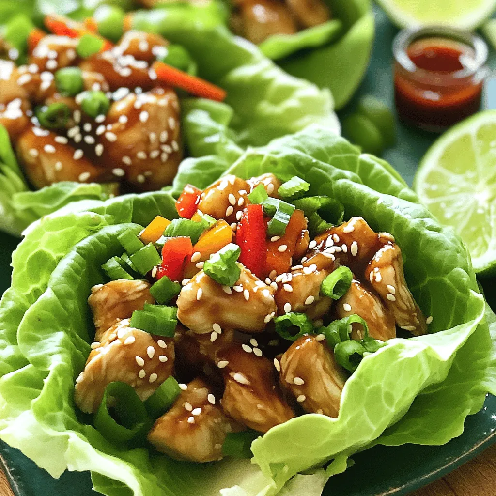 Für die perfekten Teriyaki Hähnchen-Lettuce-Wraps benötigst du: - 450 g Hähnchenbrustfilet, gewürfelt - 120 ml Teriyaki-Sauce - 1 Esslöffel Sesamöl - 1 Esslöffel frischer Ingwer, fein gehackt - 2 Knoblauchzehen, fein gehackt - 1 rote Paprika, fein gewürfelt - 1 Karotte, gerieben - 120 g Frühlingszwiebeln, gehackt - 1 Esslöffel Sesamsamen - 1 Kopf Butter- oder Eisbergsalat, Blätter separat - Sriracha oder Chilisauce (optional) - Limettenviertel (zum Servieren) Diese Zutaten geben deinem Gericht den vollen Teriyaki-Geschmack. Das Hähnchen ist zart und saftig. Die frischen Zutaten bringen Farbe und Textur. Um den Geschmack weiter zu verbessern, kannst du etwas frischen Koriander oder Minze hinzufügen. Diese Kräuter bieten einen frischen Kontrast. Auch einige Erdnüsse oder Cashewkerne bringen einen tollen Crunch. Für ein wenig mehr Schärfe kannst du frische Chili in Scheiben schneiden und hinzufügen. Wenn du eine spezielle Diät hast, gibt es tolle Alternativen. Für eine glutenfreie Version kannst du glutenfreie Teriyaki-Sauce verwenden. Vegetarier können das Hähnchen durch Tofu ersetzen. Achte darauf, den Tofu gut zu marinieren. Du kannst auch Blumenkohlreis anstelle von Hähnchen verwenden. So passt das Gericht gut in eine kohlenhydratarme Ernährung. Für die vollständige Zubereitung schau dir das Full Recipe an. Zuerst mariniere das gewürfelte Hähnchen in der Teriyaki-Sauce. Lege das Hähnchen in eine Schüssel und gieße die Sauce darüber. Stelle sicher, dass das Hähnchen gut bedeckt ist. Lass es für mindestens 15 Minuten ziehen. So nimmt das Hähnchen den vollen Geschmack auf. Um eine leckere Teriyaki-Sauce selbst zu machen, mische folgende Zutaten: 120 ml Sojasauce, 60 ml Honig, 1 Esslöffel Reisweinessig und 1 Esslöffel Maisstärke. Erhitze die Mischung in einem kleinen Topf. Rühre, bis sie dick wird. Diese Sauce ist frisch und lecker. Du kannst auch die gekaufte Sauce verwenden, wenn es schnell gehen soll. Erhitze das Sesamöl in einer großen Pfanne bei mittlerer Hitze. Gib den gehackten Knoblauch und den Ingwer hinzu. Brate sie etwa 30 Sekunden lang an, bis sie duften. Dann erhöhe die Hitze und füge das marinierte Hähnchen hinzu. Brate das Hähnchen 5-7 Minuten lang, bis es gar ist. Es sollte goldbraun sein. Gieße die Teriyaki-Sauce in die Pfanne. Mische alles gut. Jetzt ist es Zeit, die rote Paprika und die geriebene Karotte hinzuzufügen. Koche die Mischung für 3-4 Minuten. Das Gemüse sollte bissfest sein. Zum Schluss rühre die gehackten Frühlingszwiebeln und Sesamsamen unter. Fülle die Mischung in die Salatblätter. Presse frischen Limettensaft darauf. Das gibt extra Frische. Du kannst auch Sriracha für mehr Schärfe verwenden. So hast du ein schnelles und köstliches Gericht. Genieße die Teriyaki Chicken Lettuce Wraps! Die Garzeit für das Hähnchen ist entscheidend. Du willst zartes und saftiges Fleisch. Brate das Hähnchen 5-7 Minuten lang an. Achte darauf, es häufig zu wenden. Überprüfe die Innentemperatur. Sie sollte 75 Grad Celsius erreichen. So bleibt das Hähnchen perfekt durchgegart. Die Aromen machen dein Gericht besonders. Teriyaki-Sauce bringt Süße und Umami. Frischer Ingwer und Knoblauch sorgen für einen tollen Geschmack. Füge rote Paprika und Karotten hinzu, um die Textur zu verbessern. Sesamsamen runden das Ganze ab und geben einen nussigen Geschmack. Experimentiere mit zusätzlichen Gewürzen, um dein eigenes Aroma zu finden. Die Präsentation macht viel aus. Arrangiere die gefüllten Salatblätter auf einem großen Teller. Garniere sie mit Limettenvierteln. Stelle ein kleines Schälchen mit Sriracha daneben. So können deine Gäste nach Belieben dippen. Ein schön angerichtetes Gericht macht den Genuss noch größer. {{image_4}} Wenn du eine vegetarische Version der Lettuce-Wraps machen möchtest, ersetze das Hähnchen. Du kannst Tofu oder Tempeh verwenden. Diese Zutaten nehmen die Aromen gut auf. Schneide den Tofu in kleine Würfel und brate ihn wie das Hähnchen. Füge die Teriyaki-Sauce hinzu und koche alles gut durch. Gemüse wie Zucchini oder Pilze passen auch gut dazu. Neben Teriyaki-Sauce gibt es viele leckere Alternativen. Hoisin-Sauce bringt eine süße Note. Sojasauce mit etwas Honig sorgt für einen salzigen Geschmack. Für ein fruchtiges Aroma kannst du Ananas- oder Mango-Sauce verwenden. Experimentiere mit verschiedenen Saucen, um deinen Favoriten zu finden. Du kannst die Zutaten ganz nach deinem Geschmack anpassen. Füge frische Kräuter wie Koriander oder Minze hinzu. Diese geben den Wraps eine frische Note. Wenn du es schärfer magst, kannst du mehr Sriracha oder rote Chili verwenden. Für eine knusprige Textur füge Nüsse wie Erdnüsse oder Cashews hinzu. Diese Variationen machen die Wraps spannend und vielseitig. Wenn du Reste von den Teriyaki Hähnchen-Lettuce-Wraps hast, lagere sie in einem luftdichten Behälter. Stelle sicher, dass die Mischung und die Salatblätter getrennt sind. So bleibt die Frische der Blätter erhalten. Du kannst die Mischung auch abkühlen lassen, bevor du sie verstaut. So bleibt die Textur besser. Du kannst die Hähnchenmischung problemlos einfrieren. Fülle sie in einen gefrierfesten Beutel oder Behälter. Achte darauf, die Luft so gut wie möglich herauszudrücken. So bleibt der Geschmack frisch. Die Salatblätter solltest du jedoch nicht einfrieren, da sie ihre Knackigkeit verlieren. Im Kühlschrank bleiben die Reste etwa drei Tage frisch. Wenn du die Mischung eingefroren hast, ist sie bis zu drei Monate haltbar. Um die beste Qualität zu erhalten, genieße die Wraps möglichst bald. So schmecken sie am besten! Ja, du kannst die Teriyaki-Sauce ganz einfach selbst machen. Mische dafür Sojasauce, Honig, Mirin und Sesamöl. Erhitze die Mischung in einem Topf und lasse sie etwas eindicken. Füge frischen Ingwer und Knoblauch hinzu, um mehr Geschmack zu bekommen. Diese hausgemachte Sauce ist frisch und frei von Zusatzstoffen. Sie ist perfekt für deine Teriyaki Hähnchen-Lettuce-Wraps. Um deine Wraps schärfer zu machen, füge Sriracha oder Chilisauce hinzu. Du kannst auch frische Chilis oder rote Pfefferflocken verwenden. Diese Zutaten bringen den richtigen Kick. Schmecke die Mischung ab, bevor du sie in die Salatblätter gibst. So kannst du die Schärfe nach deinem Geschmack anpassen. Ja, es gibt glutenfreie Alternativen. Du kannst glutenfreie Sojasauce anstelle von normaler Sojasauce verwenden. Achte darauf, dass andere Zutaten, wie die Teriyaki-Sauce, ebenfalls glutenfrei sind. Viele Marken bieten jetzt glutenfreie Optionen an. So kannst du die Wraps genießen, ohne dir Sorgen um Gluten machen zu müssen. Bei Teriyaki-Hähnchen-Lettuce-Wraps sind hochwertige Zutaten das A und O. Du hast gelernt, wie du das Hähnchen marinierst und die Sauce herstellst. Tipps zu Garzeiten und Präsentation helfen dir, das Gericht perfekt zu machen. Ob vegetarisch oder mit verschiedenen Saucen, es gibt viele Variationen. Reste lassen sich einfach lagern und einfrieren. Die Wraps sind vielseitig und lecker. Viel Spaß beim Ausprobieren!