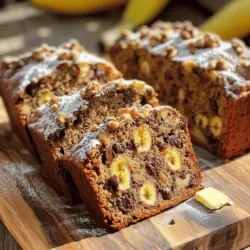 Für mein köstliches Chocolate Chip Banana Bread brauche ich folgende Hauptzutaten: - 3 reife Bananen, zerdrückt - 120 g ungesalzene Butter, geschmolzen - 200 g Kristallzucker - 2 große Eier, geschlagen - 1 Teelöffel Vanilleextrakt - 1 Teelöffel Backpulver - 1/4 Teelöffel Salz - 190 g Weizenmehl (Type 405) - 90 g halbsüße Schokoladenstückchen Diese Zutaten sind entscheidend für den Geschmack. Die reifen Bananen bringen Süße und Feuchtigkeit. Die Butter gibt einen reichen Geschmack, während der Zucker das Brot perfekt süßt. Manchmal mag ich es, mit zusätzlichen Zutaten zu experimentieren. Hier sind einige Optionen, die du ausprobieren kannst: - 90 g Walnüsse oder Pekannüsse (optional) - Eine Prise Zimt für eine würzige Note - 50 g Joghurt für extra Feuchtigkeit - Getrocknete Früchte wie Cranberries oder Aprikosen Diese Variationen fügen interessante Geschmäcker hinzu. Sie machen das Brot noch aufregender! Die Wahl der richtigen Zutaten ist wichtig. Hier sind meine Tipps: - Verwende frische, reife Bananen. Sie sind süßer und aromatischer. - Wähle ungesalzene Butter für den besten Geschmack. - Achte auf hochwertige Schokoladenstückchen. Halbsüße ist ideal für den perfekten Mix aus süß und herzhaft. - Nutze frisches Weizenmehl. Das sorgt für das beste Backergebnis. Hochwertige Zutaten machen einen großen Unterschied. So wird dein Bananenbrot zum Genuss! Wenn du mehr über die Zubereitung wissen möchtest, schau dir das [Full Recipe] an. Zuerst heizen Sie den Ofen auf 175 °C vor. Fetten Sie eine Kastenform (9x5 Zoll) mit Butter oder Sprühöl ein. Diese Schritte sind wichtig, damit das Brot nicht kleben bleibt. Stellen Sie alle Zutaten bereit. So haben Sie alles zur Hand. Jetzt kommt der Spaß! Nehmen Sie eine große Schüssel und zerdrücken Sie die reifen Bananen. Fügen Sie die geschmolzene Butter dazu und vermengen Sie alles gut. Anschließend geben Sie den Kristallzucker, die geschlagenen Eier und den Vanilleextrakt hinzu. Rühren Sie, bis die Mischung gut verbunden ist. Streuen Sie das Backpulver und das Salz über die Mischung. Rühren Sie vorsichtig, um alles zu kombinieren. Geben Sie dann nach und nach das Weizenmehl dazu. Mischen Sie gerade so lange, bis ein Teig entsteht. Achten Sie darauf, nicht zu lange zu rühren! Jetzt heben Sie die Schokoladenstückchen und die Nüsse unter. So verteilen sie sich gleichmäßig im Teig. Gießen Sie den Teig in die vorbereitete Kastenform. Glätten Sie die Oberseite mit einem Spatel. Backen Sie das Brot im vorgeheizten Ofen für 60-65 Minuten. Überprüfen Sie mit einem Zahnstochertest, ob es fertig ist. Stecken Sie den Zahnstocher ins Zentrum des Brotes. Wenn er sauber herauskommt, ist es bereit. Nehmen Sie das Brot aus dem Ofen und lassen Sie es etwa 10 Minuten in der Form abkühlen. Danach legen Sie es auf ein Gitterrost, um vollständig abzukühlen. Genießen Sie den Duft, während es abkühlt! Ein häufiger Fehler ist, die Bananen nicht reif genug zu verwenden. Sie sollten braun und weich sein, um das beste Aroma zu bekommen. Wenn Sie das Brot zu lange backen, wird es trocken. Prüfen Sie daher nach 60 Minuten mit einem Zahnstochertest. Ein weiterer Fehler ist, zu viel zu rühren, wenn Sie das Mehl hinzufügen. Mischen Sie nur kurz, bis alles feucht ist. Das sorgt für ein lockeres Brot. Lagern Sie Ihr Bananenbrot an einem kühlen, trockenen Ort. Wickeln Sie es in Frischhaltefolie oder legen Sie es in einen Behälter. So bleibt es frisch und saftig. Wenn Sie es länger aufbewahren wollen, ist das Einfrieren eine gute Option. Schneiden Sie das Brot in Scheiben und legen Sie es in einen Gefrierbeutel. So können Sie später einfach eine Scheibe herausnehmen. Wenn Sie weniger Zucker mögen, können Sie den Kristallzucker reduzieren. Verwenden Sie 150 g statt 200 g. Auch reife Bananen sind natürlich süßer. Sie können auch Honig oder Ahornsirup ausprobieren. Achten Sie darauf, die Flüssigkeit im Teig leicht anzupassen, wenn Sie flüssige Süßstoffe verwenden. So bleibt das Verhältnis ausgewogen. {{image_4}} Das Hinzufügen von Schokoladenstückchen macht das Bananenbrot noch besser. Ich empfehle halbsüße Stückchen. Sie ergänzen die Süße der Bananen. Außerdem passen Nüsse gut dazu. Walnüsse oder Pekannüsse bringen Crunch. Mischen Sie beides in den Teig. So wird Ihr Brot reichhaltiger und schmackhafter. Wer neue Aromen liebt, sollte andere Früchte ausprobieren. Walderdbeeren sind eine tolle Wahl. Sie geben dem Brot einen frischen Geschmack. Auch Blaubeeren oder Himbeeren sind lecker. Mischen Sie diese Früchte vorsichtig unter den Teig. Achten Sie darauf, die Menge nicht zu groß zu wählen, damit das Brot nicht zu feucht wird. Für glutenfreies Bananenbrot verwenden Sie Mandelmehl oder eine glutenfreie Mischung. Diese Mehle bringen einen besonderen Geschmack. Um den Zucker zu reduzieren, nutzen Sie reife Bananen. Sie sind von Natur aus süß. Alternativ können Sie Honig oder Ahornsirup verwenden. Diese Optionen sind gesünder und fügen mehr Geschmack hinzu. Probieren Sie verschiedene Varianten aus, um Ihr perfektes Rezept zu finden. Um Ihr Chocolate Chip Banana Bread frisch zu halten, sollten Sie es richtig lagern. Lassen Sie das Brot zuerst auf einem Gitterrost vollständig abkühlen. Wickeln Sie es dann in Frischhaltefolie oder legen Sie es in einen luftdichten Behälter. So bleibt das Brot weich und feucht. Lagern Sie es bei Raumtemperatur, wenn Sie es innerhalb von drei Tagen essen. Wenn Sie das Bananenbrot länger aufbewahren möchten, können Sie es einfrieren. Schneiden Sie das Brot in Scheiben. Wickeln Sie jede Scheibe gut ein. Legen Sie die Scheiben in einen Gefrierbeutel und beschriften Sie diesen mit dem Datum. Das Brot bleibt bis zu drei Monate frisch. Zum Wiederaufwärmen nehmen Sie die gewünschte Menge heraus. Lassen Sie es bei Raumtemperatur auftauen oder erwärmen Sie es kurz in der Mikrowelle. Achten Sie auf das Aussehen und den Geruch Ihres Bananenbrotes. Wenn es schimmelig oder unangenehm riecht, entsorgen Sie es. Frisches Brot hat eine goldene Farbe und eine weiche Textur. Prüfen Sie die Haltbarkeit, indem Sie einen kleinen Biss nehmen. Wenn es trocken oder gummiartig ist, ist es Zeit, es wegzuwerfen. Ein gutes Stück Bananenbrot sollte saftig und schokoladig schmecken. Um Ihr Brot saftiger zu machen, verwenden Sie mehr reife Bananen. Je weicher die Bananen, desto feuchter wird das Brot. Sie können auch ein wenig Joghurt oder Apfelmus hinzufügen. Diese Zutaten sorgen für mehr Feuchtigkeit und Geschmack. Ja, Sie können reife Bananen durch püriertes Apfelmus oder Kürbis ersetzen. Diese Alternativen bringen Feuchtigkeit, aber der Geschmack ändert sich leicht. Achten Sie darauf, die Menge anzupassen, um die richtige Konsistenz zu erreichen. Wenn Ihr Bananenbrot nicht aufgeht, könnte das Backpulver alt sein. Überprüfen Sie das Haltbarkeitsdatum. Auch das Rühren kann ein Grund sein. Rühren Sie den Teig nur, bis die Zutaten verbunden sind. Zu langes Rühren kann das Brot schwer machen. Ein trockenes Brot kann durch zu langes Backen oder zu viel Mehl entstehen. Messen Sie die Zutaten genau. Achten Sie darauf, das Brot nicht zu lange im Ofen zu lassen. Der Zahnstochertest ist eine gute Methode, um die Backzeit zu überprüfen. Das Rezept für das Choco-Banana Traumbrot stammt aus meiner eigenen Küche. Ich habe es durch jahrelange Erfahrung mit Bananenbrot und Schokolade perfektioniert. Ich wollte eine Mischung aus beidem schaffen, die einfach und lecker ist. Für das vollständige Rezept, schauen Sie sich das [Full Recipe] an. Zusammenfassend haben wir alles über die Zubereitung von Bananenbrot besprochen. Wir haben die Haupt- und zusätzlichen Zutaten betrachtet, damit du Variationen erstellen kannst. Schritt für Schritt zeigten wir die Zubereitung, Backe und Tipps, um häufige Fehler zu vermeiden. Du weißt jetzt auch, wie du dein Brot richtig lagerst. Probiere neue Zutaten aus und passe dein Rezept an! Viel Spaß beim Backen und Genießen!