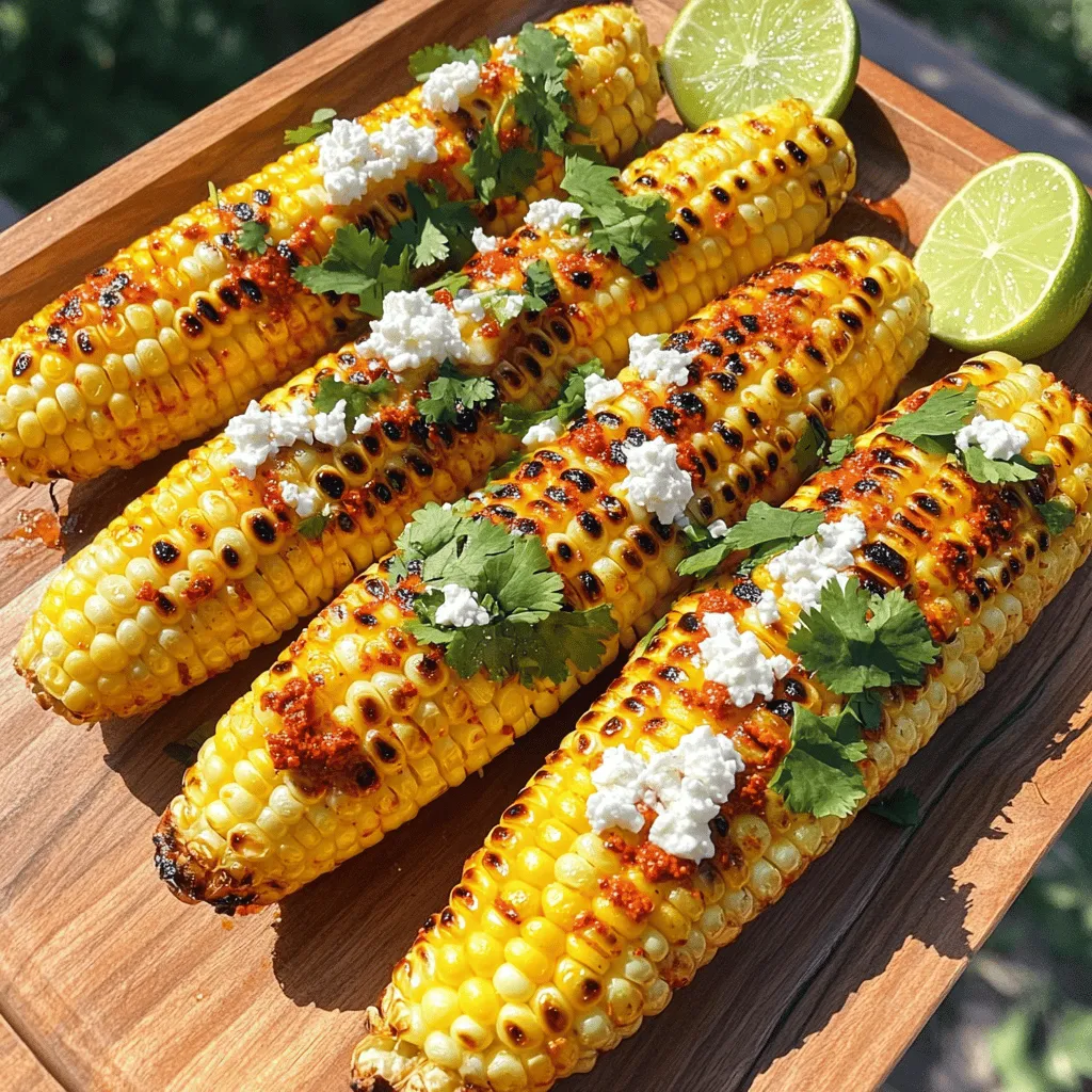 Für dieses Gericht brauche ich frische, süße Zutaten. Hier sind die Hauptbestandteile: - 4 frische Maiskolben, entblättert - 2 Esslöffel Olivenöl - 2 Esslöffel Limettensaft - 1 Teelöffel Limettenschale Die Gewürze geben dem Mais seinen tollen Geschmack. Ich verwende: - 1 Esslöffel Chilipulver - 1 Teelöffel geräuchertes Paprika - 1 Teelöffel Knoblauchpulver - Salz und Pfeffer nach Geschmack Um den Geschmack zu verbessern, kann ich einige optionale Zutaten hinzufügen: - 1/4 Tasse zerbröckelter Cotija-Käse (optional) - Frischer Koriander, gehackt (zum Garnieren) Diese Zutaten machen mein Chili Lime Grilled Corn einfach und lecker. Wenn du mehr Informationen willst, schau dir das Full Recipe an. Heizen Sie Ihren Grill auf mittelhohe Temperatur vor. Dies gibt dem Mais eine schöne Röstaroma. Nehmen Sie vier frische Maiskolben und entblättern Sie sie. Achten Sie darauf, alle Seide zu entfernen. Spülen Sie die Kolben unter kaltem Wasser ab. Tupfen Sie sie mit einem Küchentuch trocken, damit die Marinade gut haftet. In einer kleinen Schüssel mischen Sie Olivenöl, Chilipulver, geräuchertes Paprika, Knoblauchpulver, Limettensaft und Limettenschale. Fügen Sie Salz und Pfeffer nach Geschmack hinzu. Rühren Sie die Mischung gut um, bis alles gut vermengt ist. Diese Marinade gibt dem Mais einen tollen Geschmack. Pinseln Sie die Marinade großzügig auf die Maiskolben. Achten Sie darauf, dass alle Seiten gleichmäßig bedeckt sind. Legen Sie die Kolben direkt auf die Grillroste. Grillen Sie sie etwa 10-15 Minuten lang. Wenden Sie die Kolben regelmäßig, bis sie schön angebrannt und gar sind. Wenn Sie möchten, streuen Sie zerbröckelten Cotija-Käse kurz vor dem Servieren darüber. Garnieren Sie die Kolben mit frischem Koriander für einen zusätzlichen frischen Geschmack. Um perfekten gegrillten Mais zu bekommen, heizen Sie den Grill gut vor. Eine mittelhohe Temperatur ist ideal. So wird der Mais gleichmäßig gar und bekommt schöne Grillstreifen. Wenden Sie die Kolben regelmäßig, damit sie nicht anbrennen. Ein Grillkorb kann helfen, die Kolben zu stabilisieren und zu verhindern, dass sie herunterfallen. Die Marinade ist der Schlüssel zu leckerem gegrilltem Mais. Sie können mit Gewürzen spielen. Fügen Sie etwas Kreuzkümmel oder Limettenschale hinzu, um den Geschmack zu ändern. Eine süße Note erhalten Sie durch Honig oder Ahornsirup. Experimentieren Sie mit frischen Kräutern wie Petersilie oder Basilikum für zusätzliche Frische. Verbrannter Mais ist nicht lecker. Um das zu vermeiden, bürsten Sie die Kolben leicht mit Öl ein. Dies hilft, das Ankleben am Grill zu verhindern. Grillen Sie die Kolben nicht zu lange. Überprüfen Sie regelmäßig die Farbe. Wenn die Kolben zu dunkel werden, nehmen Sie sie sofort vom Grill. So bleibt der Mais saftig und lecker. Für das vollständige Rezept und mehr Details, schauen Sie sich die [Full Recipe] an. {{image_4}} Wenn du eine vegane Variante möchtest, lasse den Cotija-Käse weg. Du kannst stattdessen Avocado oder eine Cashew-Sauce verwenden. Diese geben dem Gericht einen cremigen und reichen Geschmack. Auch der Limettensaft bleibt wichtig. Er bringt Frische und eine schöne Säure in das Gericht. Cotija-Käse ist ein toller Zusatz, aber nicht jeder mag Käse. Du kannst Feta oder veganen Käse verwenden. Beide Optionen bieten einen ähnlichen Geschmack. Wenn du etwas anderes ausprobieren willst, versuche zerbröckelte Nüsse oder Samen. Diese geben einen tollen Crunch und machen das Gericht spannend. Um den Geschmack zu variieren, füge weitere Gewürze hinzu. Du kannst Chili-Flocken für mehr Schärfe benutzen. Oder probiere frische Kräuter wie Oregano oder Petersilie aus. Ein Spritzer Honig oder Agavendicksaft kann auch eine süße Note bringen. Das macht den gegrillten Mais noch köstlicher. Wenn du gerne experimentierst, gehe mit den Geschmäckern wild um! Für das vollständige Rezept schau dir die [Full Recipe] an. Um übrig gebliebenen gegrillten Mais zu lagern, lassen Sie ihn zuerst abkühlen. Wickeln Sie die Maiskolben dann fest in Frischhaltefolie oder legen Sie sie in einen luftdichten Behälter. So bleibt der Geschmack erhalten. Achten Sie darauf, die Kolben nicht übereinander zu stapeln. Ein gleichmäßiger Platz hilft, die Frische zu bewahren. Es gibt mehrere einfache Möglichkeiten, um den Rest zu genießen. Sie können die Kolben auf dem Grill oder in einer Pfanne aufwärmen. Grillen Sie sie kurz, um den Rauchgeschmack zu erhalten. Alternativ können Sie den Mais auch in der Mikrowelle erwärmen. Decken Sie den Mais dabei mit einem feuchten Tuch ab, damit er nicht austrocknet. Im Kühlschrank bleibt gegrillter Mais etwa drei bis fünf Tage frisch. Prüfen Sie vor dem Essen immer auf Anzeichen von Verderb. Wenn der Mais seltsam riecht oder eine matschige Textur hat, ist es besser, ihn wegzuwerfen. Frischer Mais ist immer am besten! Es dauert etwa 10 bis 15 Minuten, um Chili Lime Grilled Corn zu grillen. Die Zeit hängt von der Hitze des Grills und der Größe der Maiskolben ab. Wenden Sie die Kolben regelmäßig. So bekommen sie eine schöne Bräunung und bleiben saftig. Überprüfen Sie den Mais nach 10 Minuten. Er sollte weich und leicht angebräunt sein. Ja, Sie können den Mais auch im Ofen zubereiten. Heizen Sie den Ofen auf 200 Grad Celsius vor. Legen Sie die marinierten Maiskolben auf ein Backblech. Backen Sie sie etwa 20 bis 25 Minuten, bis sie weich und leicht gebräunt sind. Wenden Sie die Kolben nach der Hälfte der Zeit. So bekommen sie eine gleichmäßige Garung und den gewünschten Geschmack. Zu Chili Lime Grilled Corn passen viele Beilagen. Hier sind einige Ideen: - Gegrilltes Hühnchen oder Steak - Frischer Salat mit Avocado - Reis mit Limette und Koriander - Guacamole und Tortilla-Chips - Ein kühler Joghurt-Dip Diese Beilagen ergänzen den Geschmack des Mais und machen das Essen noch leckerer. Chili Lime Grilled Corn ist einfach zuzubereiten und lecker. Du hast die Hauptzutaten, Gewürze und optionale Zutaten kennengelernt. Die Schritt-für-Schritt-Anleitung zeigt, wie man den Mais richtig vorbereitet und grillt. Mit Tipps und Variationen kannst du das Rezept noch verfeinern. Achte auch auf die Lagerung und die Haltbarkeit des gegrillten Mais. Probiere das Rezept aus, und lass dich von den Aromen überraschen! Guten Appetit!