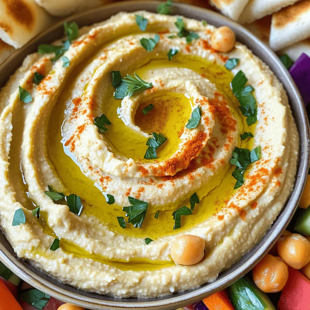 Für einen köstlichen gerösteten Knoblauch-Hummus benötigst du einige wichtige Zutaten: - 1 Tasse getrocknete Kichererbsen (oder 1 Dose Kichererbsen, abgetropft und gespült) - 1 Kopf Knoblauch - 1/4 Tasse Tahini - 3 Esslöffel Olivenöl - 2-3 Esslöffel Zitronensaft (nach Geschmack) - 1 Teelöffel gemahlener Kreuzkümmel - Salz (nach Geschmack) - Wasser (nach Bedarf) - Frische Petersilie (zum Garnieren) - Paprika (zum Garnieren) Du kannst getrocknete oder Dosenkichererbsen verwenden. Getrocknete Kichererbsen haben mehr Geschmack. Sie benötigen jedoch Zeit zum Einweichen. Dosenkichererbsen sind schnell und praktisch. Beide Optionen liefern einen leckeren Hummus. Wenn du Zeit sparen willst, greife zur Dose. Andernfalls sind die getrockneten Kichererbsen eine gute Wahl. Sie sind auch günstiger und haben eine bessere Textur. Wenn du kein Tahini hast, kannst du Erdnussbutter oder Sonnenblumenkerne verwenden. Diese geben auch einen tollen Geschmack. Für die Gewürze kannst du kreativ sein. Probiere Paprikapulver oder Chili für etwas Schärfe. Du kannst auch frische Kräuter wie Koriander oder Basilikum hinzufügen. Diese Alternativen machen deinen Hummus einzigartig und lecker. Experimentiere ruhig und finde deine perfekte Mischung. Schau dir den [Full Recipe] an, um alle Details zu sehen. Um den Knoblauch zu rösten, heize deinen Ofen auf 200°C vor. Nimm einen Kopf Knoblauch und schneide die Oberseite ab. So kannst du die Zehen leicht erreichen. Beträufle ihn mit etwas Olivenöl. Wickele den Knoblauch in Aluminiumfolie ein. Röste ihn für etwa 30-35 Minuten. Der Knoblauch sollte weich und süß schmecken. Lass ihn danach etwas abkühlen. Drücke die Zehen aus ihrer Haut in eine Schüssel. Gerösteter Knoblauch gibt deinem Hummus einen tollen Geschmack. Wenn du getrocknete Kichererbsen benutzen möchtest, weiche sie über Nacht in Wasser ein. Am nächsten Tag spüle sie ab und koche sie für ungefähr 1 ½ Stunden. Sie sollten zart sein. Wenn du Dosenkichererbsen verwendest, kannst du diesen Schritt einfach überspringen. Abgetropfte Kichererbsen sind schnell einsatzbereit und sparen Zeit. Dies macht die Zubereitung von geröstetem Knoblauch-Hummus viel einfacher. Jetzt ist es Zeit, die Zutaten zu vermengen. Gib die Kichererbsen, den gerösteten Knoblauch, das Tahini, Olivenöl, Zitronensaft, Kreuzkümmel und eine Prise Salz in eine Küchenmaschine. Mixe alles, bis die Mischung ganz glatt ist. Wenn es zu dick ist, füge etwas Wasser hinzu. Mixe weiter, bis du die perfekte Konsistenz hast. Probiere den Hummus. Füge mehr Zitronensaft, Salz oder Kreuzkümmel hinzu, wenn es nötig ist. Mixe dann kurz, um alles gut zu vermischen. So wird dein Hummus richtig lecker und perfekt gewürzt. Für das vollständige Rezept, siehe die Sektion mit dem Titel "Full Recipe". Ein häufiger Fehler ist das Übermixen des Hummus. Das kann ihn zu dünn machen. Mixe nur so lange, bis alles gut vermischt ist. Ein anderer Fehler ist, zu viel Salz von Anfang an hinzuzufügen. Du kannst immer mehr hinzufügen, aber nicht zurücknehmen. Probiere den Hummus, bevor du die Gewürze anpasst. Die Konsistenz ist sehr wichtig. Für einen cremigen Hummus benutze gutes Olivenöl und genug Wasser. Beginne mit einem kleinen Schluck Wasser, während du mixt. Füge mehr hinzu, bis es die richtige Dicke hat. Wenn du ihn zu dick findest, ist es einfacher, Wasser hinzuzufügen als das Gegenteil. Serviere den Hummus in einer schönen Schüssel. Mache mit einem Löffel eine kleine Mulde in die Mitte. Fülle diese Mulde mit etwas Olivenöl. Dazu kannst du Paprika und frische Petersilie streuen. Das sieht nicht nur gut aus, es schmeckt auch besser! Probiere auch warmes Pita-Brot oder frisches Gemüse dazu. So wird dein Hummus zum Hit! Du kannst das ganze Rezept [hier](#) sehen. {{image_4}} Um deinem gerösteten Knoblauch-Hummus mehr Geschmack zu geben, kannst du verschiedene Zusätze verwenden. Zum Beispiel, mische etwas Paprika für Süße und Farbe. Du kannst auch schwarze Oliven oder grüne Oliven hinzufügen. Diese bringen einen salzigen, herzhaften Geschmack. Probiere verschiedene Zutaten aus, um deinen perfekten Hummus zu finden. Die Gewürze sind wichtig für den Geschmack. Neben dem Kreuzkümmel kannst du auch Paprikapulver, Chili oder sogar Zimt verwenden. Diese Gewürze geben deinem Hummus eine neue Note. Experimentiere mit verschiedenen Kombinationen, um deinen Lieblingsgeschmack zu entdecken. Ein kleiner Schuss schwarzer Pfeffer kann auch helfen, die Aromen zu verstärken. Kichererbsen sind klassisch, aber du kannst auch andere Hülsenfrüchte ausprobieren. Zum Beispiel, benutze schwarze Bohnen oder weiße Bohnen für einen anderen Geschmack. Diese Bohnen liefern auch viele Nährstoffe. Sie können deinem Hummus eine cremige Textur geben. Stelle sicher, dass du die Bohnen richtig zubereitest, bevor du sie mixst. Für das vollste Geschmackserlebnis probiere die Variationen und finde deine eigene Lieblingsversion von geröstetem Knoblauch-Hummus. Du kannst auch die Full Recipe zur Zubereitung verwenden, um alle Schritte zu sehen. Um Hummus frisch zu halten, nutzen Sie einen luftdichten Behälter. Füllen Sie den Behälter gut, um Luft zu vermeiden. Das hilft, die Aromen zu bewahren. Wenn Sie den Hummus mit Olivenöl bedecken, bleibt er noch länger frisch. Gerösteter Knoblauch-Hummus hält sich im Kühlschrank etwa fünf bis sieben Tage. Achten Sie darauf, ihn gut abzudecken. Wenn er einen anderen Geruch oder eine andere Farbe annimmt, verwenden Sie ihn nicht mehr. Sie können Hummus auch einfrieren. Teilen Sie ihn in Portionen und füllen Sie ihn in gefrierfeste Behälter. Zubereiteter Hummus bleibt bis zu drei Monate haltbar. Denken Sie daran, ihn langsam im Kühlschrank aufzutauen. Roher Hummus kann ebenfalls eingefroren werden, aber die Konsistenz kann sich ändern. Für die beste Textur, bereiten Sie ihn frisch zu. Für das volle Rezept schauen Sie bitte hier: [Full Recipe]. Die Zubereitung von geröstetem Knoblauch-Hummus dauert etwa 15 Minuten, wenn Sie Dosenkichererbsen verwenden. Wenn Sie getrocknete Kichererbsen nutzen, sollten Sie etwa 1 Stunde einplanen. Lassen Sie die Kichererbsen über Nacht in Wasser einweichen. Dann kochen Sie sie am nächsten Tag. Das Rösten des Knoblauchs braucht etwa 30 bis 35 Minuten. Insgesamt können Sie in weniger als zwei Stunden eine leckere Mischung genießen. Ja, Sie können Hummus ohne Tahini zubereiten. Einige nutzen Joghurt oder Erdnussbutter als Ersatz. Diese Optionen bieten einen anderen Geschmack, sind aber lecker. Hummus bleibt ohne Tahini genauso cremig. Fühlen Sie sich frei, mit den Zutaten zu experimentieren. Manchmal füge ich auch mehr Olivenöl hinzu, um die Textur zu verbessern. Guten gerösteten Knoblauch-Hummus finden Sie in vielen Supermärkten. Achten Sie auf Marken, die frische Zutaten verwenden. Viele Märkte haben auch Bio-Varianten. Wenn Sie lokale Lebensmittelgeschäfte besuchen, fragen Sie nach hausgemachten Optionen. Manchmal bieten auch Cafés und Restaurants leckeren Hummus an. Vergewissern Sie sich, dass der Hummus gut aussieht und frisch riecht. Gerösteter Knoblauch-Hummus ist einfach und lecker. Wir haben die Hauptzutaten, die Vorbereitung und die besten Tipps behandelt. Achte auf häufige Fehler, um die perfekte Konsistenz zu erzielen. Probiere Variationen mit neuen Gewürzen und Hülsenfrüchten. Richtiges Lagern verlängert die Haltbarkeit. Jetzt bist du bereit, deinen eigenen Hummus zuzubereiten. Viel Spaß beim Kochen!