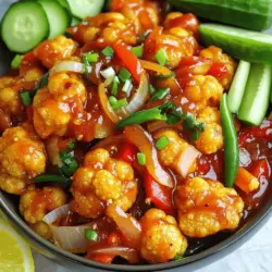 - 1 mittelgroßer Blumenkohl, in Röschen zerteilt - 1 Tasse Weizenmehl - 1/2 Tasse Speisestärke - 1 Teelöffel Ingwer-Knoblauch-Paste - 1 Teelöffel rote Chilipaste - 1/2 Teelöffel Kurkumapulver - Salz nach Geschmack - Wasser (nach Bedarf) - Öl zum Frittieren - 1 Esslöffel Pflanzenöl (für die Soße) - 1 Zwiebel, fein gehackt - 1 Paprika, gewürfelt - 2-3 grüne Chilischoten, längs eingeschnitten - 2 Esslöffel Sojasoße - 1 Esslöffel Ketchup - 1 Teelöffel Essig - 1 Teelöffel Zucker Die Hauptzutaten sind einfach zu finden. Der Blumenkohl gibt dem Gericht seine Basis. Der Teig aus Weizenmehl und Speisestärke sorgt für die knusprige Textur. Gewürze wie Ingwer und Chili verleihen dem Gobi Manchurian seinen einzigartigen Geschmack. Für die Soße brauchen wir Sojasoße, Ketchup und Essig. Diese Zutaten schaffen die perfekte Balance zwischen süß und salzig. - Frühlingszwiebeln, gehackt - Optionales Gemüse: Paprika, grüne Chilischoten Die Garnierung macht das Gericht besonders. Frühlingszwiebeln geben Frische und Farbe. Wenn Sie es noch bunter möchten, fügen Sie Paprika und grüne Chilischoten hinzu. Diese Zutaten machen Ihr Gobi Manchurian nicht nur lecker, sondern auch schön anzusehen. Für das volle Geschmackserlebnis und eine einfache Zubereitung, schauen Sie sich das [Full Recipe] an. Zuerst mische die trockenen Zutaten in einer großen Schüssel. Du brauchst: - 1 Tasse Weizenmehl - 1/2 Tasse Speisestärke - 1 Teelöffel Ingwer-Knoblauch-Paste - 1 Teelöffel rote Chilipaste - 1/2 Teelöffel Kurkumapulver - Salz nach Geschmack Füge dann Wasser hinzu, bis der Teig glatt wird. Du willst, dass der Teig dick genug ist. Überprüfe die Konsistenz, indem du einen Löffel eintauchst. Der Teig sollte leicht haften bleiben. Nimm jeden Blumenkohl-Röschen und tauche ihn in den Teig. Achte darauf, dass der Röschen gleichmäßig bedeckt ist. Lass den überschüssigen Teig abtropfen. Erhitze in einer tiefen Pfanne ausreichend Öl bei mittlerer Hitze. Du kannst den Ölstand prüfen, indem du ein wenig Teig hineingibst. Wenn es sofort aufsteigt, ist das Öl bereit. Frittiere die Röschen in kleinen Portionen. Sie sollten goldbraun und knusprig sein. Lass sie auf Küchenpapier abtropfen. Erhitze in einer anderen Pfanne 1 Esslöffel Pflanzenöl. Gib die fein gehackte Zwiebel hinein und brate sie an. Warte, bis sie glasig wird. Füge dann die gewürfelte Paprika und die längs eingeschnittenen grünen Chilischoten hinzu. Brate alles für etwa 2-3 Minuten, bis die Paprika weich ist. Rühre Sojasoße, Ketchup, Essig und Zucker hinein. Falls nötig, gib einen Schluck Wasser dazu, um die Soße leichter zu machen. Jetzt kommen die frittierten Blumenkohlröschen in die Pfanne. Rühre alles vorsichtig um, bis die Röschen gleichmäßig mit der Soße bedeckt sind. Brate alles für weitere 2-3 Minuten, bis es gut vermischt ist. Garniere das Gericht mit Frühlingszwiebeln und serviere es heiß. Um die besten Blumenkohlröschen zu frittieren, ist die Temperatur wichtig. Erhitze das Öl auf 180 Grad Celsius. Mit dieser Temperatur wird der Blumenkohl knusprig. Wenn das Öl zu heiß ist, verbrennt der Teig. Ist es zu kühl, wird das Gericht fettig. Frittiere die Röschen in kleinen Gruppen. So bleibt die Temperatur konstant. Überfüllung der Pfanne führt zu ungleichmäßiger Garung. Du möchtest, dass jedes Röschen gleichmäßig goldbraun wird. Um Gobi Manchurian richtig zu würzen, passe die Gewürze nach deinem Geschmack an. Du kannst mehr oder weniger Chilipaste verwenden. Wenn du es schärfer magst, füge mehr grüne Chilischoten hinzu. Frisch zubereitete Gewürzmischungen sind der Schlüssel. Mische die Gewürze selbst, um den besten Geschmack zu erhalten. Du kannst auch geröstete Gewürze verwenden, um mehr Aroma zu bekommen. Das macht den Unterschied! Präsentiere dein Gobi Manchurian kreativ. Garnieren mit frisch gehackten Frühlingszwiebeln bringt Farbe. Du kannst auch Koriander verwenden, wenn du magst. Beilagen wie ein frischer Salat sind perfekt. Gurkenscheiben und Zitronenspalten bringen Frische. Serviere das Gericht in einer großen Schüssel für einen tollen Look. Probiere auch, es mit Reis oder Naan zu kombinieren. {{image_4}} Bei der süßen Variante von Gobi Manchurian verwende ich zusätzlich Honig oder Zucker. Diese Zutaten geben dem Gericht eine feine Süße. Ich passe die Soße an, indem ich mehr Ketchup hinzufüge. So entsteht ein zarter, süßer Geschmack. Trockenes Gobi Manchurian hat weniger Soße. Ich brate die Röschen einfach in der Pfanne an. Das Ergebnis ist knusprig und würzig. Feuchtes Gobi Manchurian hat mehr Soße und ist saftiger. Beide Varianten haben ihre Vor- und Nachteile. Trockenes Gobi Manchurian ist perfekt als Snack. Feuchtes Gobi Manchurian passt gut zu Reis. Für vegetarische und vegane Varianten ersetze ich Eier durch Pflanzenmilch. Sojasoße ist oft vegan; ich achte auf die Zutatenliste. Für vegane Soßen nutze ich Agavendicksaft anstelle von Honig. Das sorgt für einen tollen Geschmack ohne tierische Produkte. Wenn du mehr Infos willst, schau dir das [Full Recipe] an. Bewahre Gobi Manchurian im Kühlschrank auf. Nutze einen luftdichten Behälter. So bleibt der Blumenkohl frisch. Gobi Manchurian hält sich dort bis zu drei Tage. Achte darauf, das Gericht gut abzukühlen, bevor du es verpackst. Dies verhindert Kondensation und macht das Gericht matschig. Um Gobi Manchurian einzufrieren, folge diesen Schritten: 1. Lass das Gericht vollständig abkühlen. 2. Teile es in Portionen auf. 3. Verwende gefriergeeignete Behälter oder -beutel. 4. Beschrifte die Behälter mit Datum und Inhalt. So bleibt Gobi Manchurian bis zu drei Monate haltbar. Zum Wiedererwärmen: - Nimm die Portionen aus dem Gefrierfach. - Lass sie im Kühlschrank über Nacht auftauen. - Erhitze sie in einer Pfanne bei mittlerer Hitze. Füge etwas Wasser hinzu, falls nötig, um die Konsistenz zu verbessern. Wenn du übrig gebliebene Soße hast, bewahre sie getrennt auf. Nutze ein Glas oder einen kleinen Behälter. Die Soße hält sich im Kühlschrank bis zu einer Woche. Du kannst sie auch einfrieren. Achte darauf, sie gut zu verpacken. So vermeidest du Gefrierbrand. Verwende die Soße für andere Gerichte, um den Geschmack zu genießen. Gobi Manchurian bleibt im Kühlschrank für etwa drei Tage frisch. Bewahren Sie es in einem luftdichten Behälter auf. So bleibt der Geschmack länger erhalten. Wenn Sie es aufwärmen, verwenden Sie eine Pfanne. So wird es wieder knusprig. Mikrowellen können es matschig machen. Ja, Sie können Gobi Manchurian im Airfryer machen. Reduzieren Sie die Ölmenge. Stellen Sie die Temperatur auf 180 Grad ein. Frittieren Sie die Blumenkohlröschen für etwa 15 Minuten. Schütteln Sie den Korb alle fünf Minuten. So wird alles gleichmäßig gar. Gobi Manchurian passt gut zu Reis oder Naan. Ein frischer Salat mit Gurken ergänzt das Gericht. Auch Raita, ein Joghurt-Dip, ist eine gute Wahl. Diese Beilagen bringen Vielfalt auf den Tisch. Gobi Manchurian kommt aus Indien. Es hat chinesische Wurzeln. Indische Köche haben es angepasst. Die Kombination aus Gewürzen und frittiertem Gemüse macht es einzigartig. Es spiegelt die Fusion der beiden Kulturen wider. Gobi Manchurian kann scharf sein, aber Sie können die Schärfe anpassen. Verwenden Sie weniger Chilipaste, um es milder zu machen. Oder fügen Sie mehr Gemüse hinzu, um die Schärfe zu balancieren. So können Sie es nach Ihrem Geschmack gestalten. Wenn Sie den vollen Geschmack genießen möchten, probieren Sie die Full Recipe. Gobi Manchurian kombiniert Blumenkohl, Teig und köstliche Soßen für einen tollen Snack. Wir haben die Hauptzutaten und die Zubereitung besprochen. Die Tipps sorgen für knusprige Röschen, und die Variationen bieten viel Spielraum. Denke daran, wie wichtig die Lagerung ist, damit der Geschmack bleibt. Experimentiere bei der Zubereitung, um deine perfekte Version zu finden. So kannst du dieses Gericht immer wieder genießen.