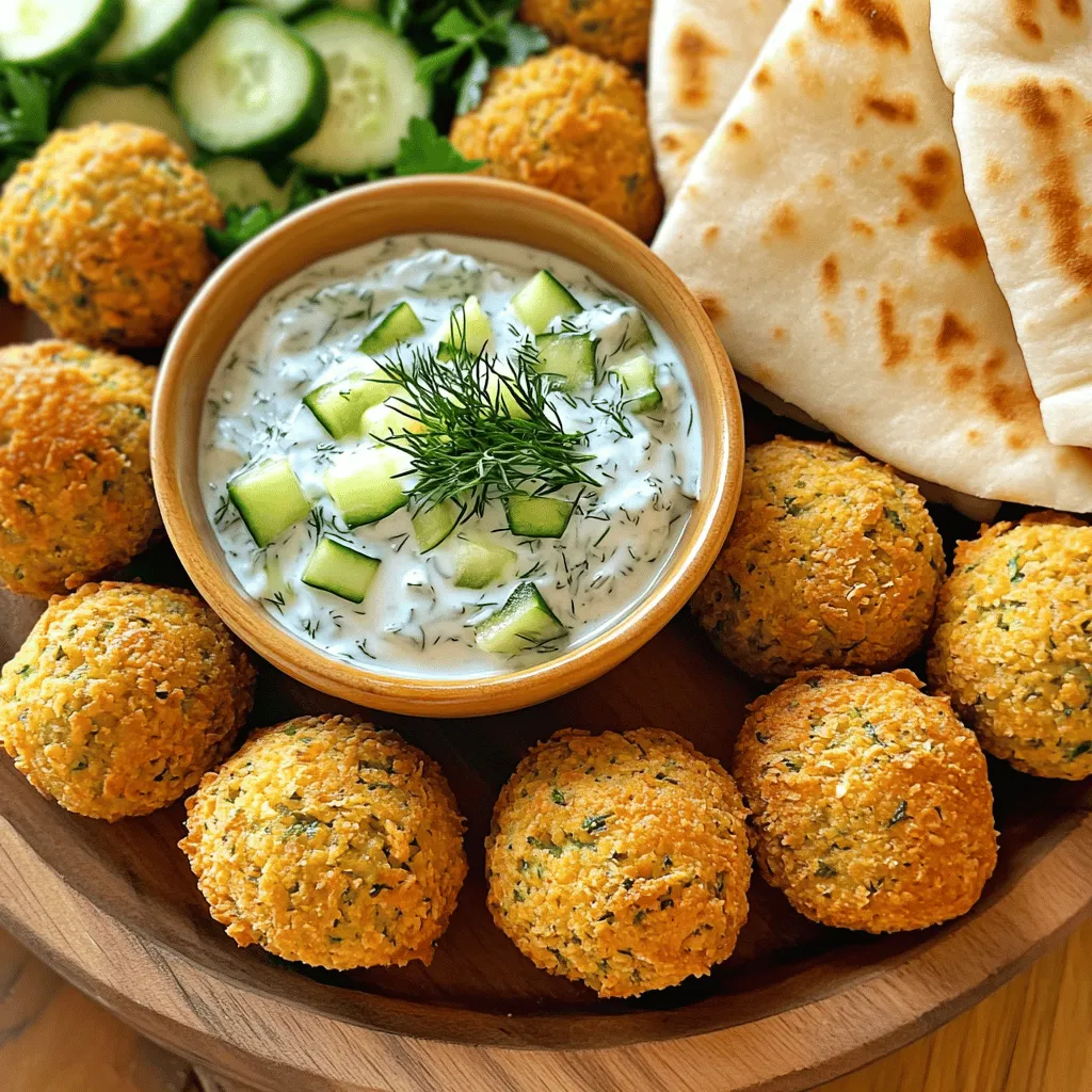 - 1 Tasse getrocknete Kichererbsen - 1 kleine Zwiebel - 2 Knoblauchzehen Die Hauptzutaten bilden die Basis für unsere Baked Falafel. Kichererbsen sind reich an Protein und Ballaststoffen. Sie sorgen für die perfekte Textur. Die Zwiebel fügt einen süßen Geschmack hinzu. Knoblauch bringt einen kräftigen, würzigen Kick. Verwende frische Zutaten für das beste Ergebnis. - 1 Tasse griechischer Joghurt - 1 kleine Gurke - 1 Esslöffel frischer Dill Für die Tzatziki-Sauce benötigen wir griechischen Joghurt. Er hat eine dicke, cremige Konsistenz. Die Gurke macht die Sauce frisch und kühl. Dill fügt ein tolles Aroma hinzu. Diese Kombination passt perfekt zu den würzigen Falafel. - 1 Esslöffel gemahlener Kreuzkümmel - 1 Teelöffel gemahlener Koriander - 2 Esslöffel Olivenöl Die Gewürze sind das Geheimnis für den Geschmack. Kreuzkümmel gibt einen warmen, erdigen Ton. Koriander ergänzt mit seiner frischen Note. Olivenöl sorgt für eine schöne Bräunung der Falafel. Diese einfachen Zutaten machen das Gericht besonders lecker. Für das vollständige Rezept, schau dir das [Full Recipe](#) an. Zuerst müssen Sie die Kichererbsen einweichen. Nehmen Sie eine Tasse getrocknete Kichererbsen und legen Sie sie in eine Schüssel. Bedecken Sie die Kichererbsen mit Wasser und lassen Sie sie über Nacht einweichen. Dies macht sie weich und bereit für die nächste Phase. Am nächsten Tag spülen Sie die Kichererbsen gründlich ab. Lassen Sie sie gut abtropfen, damit keine überflüssige Feuchtigkeit bleibt. Jetzt kommt der spaßige Teil! Geben Sie die abgetropften Kichererbsen in eine Küchenmaschine. Fügen Sie die grob gehackte Zwiebel, die fein gehackten Knoblauchzehen, die gehackte Petersilie, den gemahlenen Kreuzkümmel, den gemahlenen Koriander, das Backpulver, Salz und Pfeffer hinzu. Pulsieren Sie die Mischung, bis sie grob und gut vermischt ist. Möglicherweise müssen Sie die Seiten der Schüssel abkratzen, um alles gut zu vermischen. Übertragen Sie die Mischung in eine große Schüssel und fügen Sie 2 Esslöffel Olivenöl hinzu. Vermischen Sie alles gründlich, bis das Öl gut eingearbeitet ist. Heizen Sie den Ofen auf 190°C vor und legen Sie ein Backblech mit Backpapier aus. Formen Sie mit feuchten Händen kleine Bällchen aus der Falafel-Mischung. Diese sollten ungefähr die Größe eines Golfballs haben. Legen Sie die Bällchen auf das Backblech. Backen Sie die Falafel für 25 bis 30 Minuten. Wenden Sie die Bällchen nach der Hälfte der Backzeit, damit sie gleichmäßig bräunen. Wenn sie goldbraun und knusprig sind, sind sie fertig! Um perfekte Falafel zu machen, feuchte deine Hände an, wenn du die Bällchen formst. Dies hilft, die Mischung nicht an deinen Händen kleben zu lassen. Du solltest auch die Falafel während des Backens wenden. Dadurch werden sie gleichmäßig braun und knusprig. Drehe sie nach etwa 15 Minuten um, um die beste Textur zu erzielen. Beim Tzatziki ist es wichtig, die geriebene Gurke gut abtropfen zu lassen. So wird die Sauce nicht wässrig. Passe die Gewürze nach deinem Geschmack an. Du kannst mehr Dill oder Knoblauch hinzufügen, wenn du das magst. Sei kreativ und finde die perfekte Mischung für dich. Serviere die Falafel mit warmem Pita-Brot oder einem frischen Salat. Das bringt Farbe und Geschmack auf den Teller. Garnieren kannst du das Gericht mit frischer Petersilie. Das sieht nicht nur schön aus, sondern gibt auch einen zusätzlichen Geschmack. Für das vollständige Rezept schaue dir die Vollständige Rezept-Anweisung an. {{image_4}} Für eine glutenfreie Falafel können Sie glutenfreies Paniermehl verwenden. Dieses ist eine gute Wahl, wenn Sie Gluten meiden. Alternativ können Sie auch gemahlene Mandeln oder Hafermehl nutzen. Diese halten die Mischung zusammen und geben einen besonderen Geschmack. Achten Sie darauf, dass die Zutaten immer glutenfrei sind. Um die Falafel vegan zu machen, ersetzen Sie den griechischen Joghurt in der Tzatziki-Sauce. Verwenden Sie stattdessen Sojajoghurt oder Cashew-Joghurt. Diese Alternativen sind ebenfalls lecker. Passen Sie die Gewürze nach Ihrem Geschmack an. Ein wenig mehr Knoblauch oder Dill kann die Aromen verstärken. Sie können der Falafel auch Chili hinzufügen, wenn Sie es scharf mögen. Ein kleiner Löffel gehackter Chili bringt viel Geschmack. Variieren Sie die Kräuter, indem Sie Minze oder Koriander verwenden. Diese Kräuter geben der Falafel eine frische Note. Experimentieren Sie mit anderen Zutaten für Ihre perfekte Mischung. Kühlschranklagerung Sie können die gebackenen Falafel ganz einfach im Kühlschrank lagern. Stellen Sie sicher, dass sie abgekühlt sind, bevor Sie sie in einen luftdichten Behälter legen. So bleiben sie frisch und lecker. Ich empfehle, die Falafel innerhalb von drei bis fünf Tagen zu essen. Einfrieren der Falafel Wenn Sie die Falafel länger lagern möchten, frieren Sie sie ein. Legen Sie die abgekühlten Falafel auf ein Backblech und frieren Sie sie ein, bis sie fest sind. Danach können Sie sie in einen Gefrierbeutel umpacken. So bleiben sie bis zu drei Monate haltbar. Erwartete Lagerdauer In der Kühlschranklagerung sind die Falafel bis zu fünf Tage gut. Eingefroren halten sie bis zu drei Monate. Anzeichen von Verderb Achten Sie auf Veränderungen in der Farbe oder dem Geruch. Wenn die Falafel unangenehm riechen oder schimmelig aussehen, sollten Sie sie nicht mehr essen. Anweisung zur Aufbewahrung Bewahren Sie die Tzatziki-Sauce in einem luftdichten Behälter im Kühlschrank auf. Achten Sie darauf, dass keine Luft eindringt, um die Frische zu bewahren. Haltbarkeit im Kühlschrank Die Tzatziki-Sauce hält sich in der Regel drei bis fünf Tage. Überprüfen Sie immer den Geruch und die Konsistenz, bevor Sie sie verwenden. Für das vollständige Rezept schauen Sie sich den Abschnitt „Full Recipe“ an. Die Zubereitung dauert insgesamt etwa 50 Minuten. Die Vorbereitungszeit beträgt 20 Minuten, während die Falafel 25 bis 30 Minuten im Ofen backen. Dies gibt dir genug Zeit, um die Tzatziki-Sauce während des Backens zu machen. Ja, du kannst Kichererbsen aus der Dose verwenden. Sie sind praktisch und sparen Zeit. Achte darauf, sie gut abzuspülen, bevor du sie benutzt. Der Nachteil ist, dass sie weniger Biss haben als getrocknete Kichererbsen. Das kann die Textur der Falafel beeinflussen. Zu Baked Falafel passen viele Beilagen gut. Du kannst frischen Salat, Hummus oder warmes Pita-Brot servieren. Auch geröstetes Gemüse ist eine tolle Wahl. Diese Beilagen ergänzen die Aromen der Falafel perfekt. Falafel hat seinen Ursprung im Nahen Osten. Es ist ein beliebtes Gericht in vielen Ländern, darunter Israel und Ägypten. Tzatziki ist eine griechische Sauce, die die Falafel lecker ergänzt. Das Gericht hat eine große kulturelle Bedeutung und wird oft in Festen serviert. Ja, du kannst die Falafel frittieren. Das gibt ihnen eine andere Textur und einen intensiveren Geschmack. Frittierte Falafel sind knuspriger, aber auch fettiger. Backen ist die gesündere Option, die trotzdem knusprig wird. Wir haben die wichtigsten Schritte für die Zubereitung von gebackenen Falafel besprochen. Du brauchst Kichererbsen, Zwiebeln, Knoblauch und einen einfachen Tzatziki aus Joghurt und Gurken. Mit den richtigen Gewürzen und Tipps wird dein Gericht perfekt. Denke daran, die Falafel gleichmäßig zu backen und frisch zu servieren. Variationen bieten viele Möglichkeiten, um das Rezept anzupassen. Egal, ob vegan oder glutenfrei, Baked Falafel sind einfach und lecker. Probiere es selbst aus und genieße dein Essen!