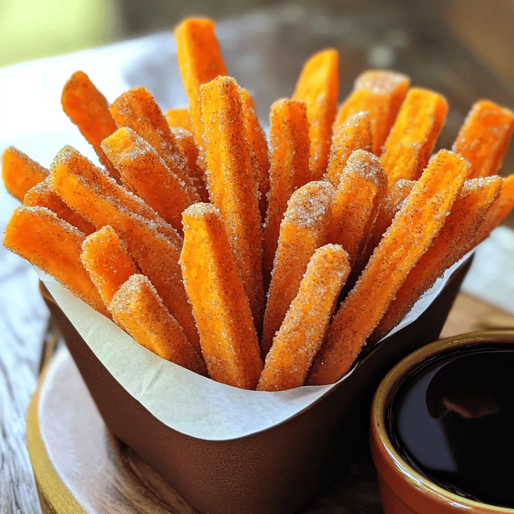 - 2 große Süßkartoffeln - 3 Esslöffel Olivenöl - 1/2 Tasse brauner Zucker - 1 Teelöffel Zimt - 1/2 Teelöffel Salz - 1/2 Teelöffel Vanilleextrakt (optional) - 1 Esslöffel Speisestärke (optional) - Portionen: 4 - Vorbereitungszeit: 15 Minuten - Gesamtzeit: 45 Minuten Wenn ich die Zutaten für meine Zimt-Zucker Süßkartoffel-Pommes auswähle, beginne ich immer mit frischen Süßkartoffeln. Diese bringen nicht nur einen tollen Geschmack, sondern auch Nährstoffe. Olivenöl sorgt für eine schöne Bräunung und macht die Pommes knusprig. Der braune Zucker gibt den Pommes eine süße Note. Ich füge Zimt hinzu, um den Geschmack zu heben. Salz bringt die Aromen gut zusammen. Wenn du einen Hauch von Vanille magst, füge etwas Vanilleextrakt hinzu. Es ist optional, aber es macht die Pommes besonders lecker. Wenn du die Pommes extra knusprig magst, ist Speisestärke eine tolle Wahl. Sie hilft, die Feuchtigkeit zu reduzieren und die Pommes knusprig zu halten. Die Portionen sind perfekt für eine kleine Gruppe. Du kannst sie als Snack oder Beilage servieren. Die Vorbereitungszeit von nur 15 Minuten macht es einfach, sie schnell zuzubereiten. In 45 Minuten sind sie fertig, und du kannst sie genießen. Für die vollständige Anleitung und weitere Tipps kannst du das [Full Recipe] anschauen. - Ofen auf 220°C vorheizen - Backblech mit Backpapier auslegen Zuerst heizt du deinen Ofen auf 220°C vor. Das sorgt dafür, dass die Pommes schön knusprig werden. Lege ein Backblech mit Backpapier aus, damit die Pommes nicht kleben bleiben. - Süßkartoffeln schälen und schneiden - Süßkartoffel-Pommes in eine Schüssel geben Nehme zwei große Süßkartoffeln. Schäle sie und schneide sie in dünne Pommes. Achte darauf, dass sie etwa 0,5 cm dick sind. Gib die geschnittenen Pommes in eine große Schüssel. So kannst du sie später gut vermengen. - Zimt, braunen Zucker, Salz und Speisestärke vermengen - Zimt-Zucker-Mischung auf die Pommes streuen In einer kleinen Schüssel vermischst du Zimt, braunen Zucker, Salz und Speisestärke. Wenn du die Speisestärke verwendest, bekommst du extra knusprige Pommes. Streue die Zimt-Zucker-Mischung gleichmäßig auf die Pommes, bevor du sie gut umrührst. - Pommes gleichmäßig auf dem Backblech verteilen - Backzeit und Wenden notieren Verteile die Pommes in einer einzigen Schicht auf dem Backblech. Achte darauf, dass sie nicht übereinander liegen. So werden sie gleichmäßig knusprig. Backe die Pommes für etwa 25 bis 30 Minuten. Wende sie zur Halbzeit, damit sie von beiden Seiten goldbraun werden. Für das vollständige Rezept schau dir die [Full Recipe] an. Um die perfekten Zimt-Zucker Süßkartoffel-Pommes zu zaubern, gibt es einige wichtige Tricks. - Verwenden Sie 1 Esslöffel Speisestärke für zusätzliche Knusprigkeit. - Achten Sie darauf, die Pommes nicht zu überfüllen. So können sie gleichmäßig backen und knusprig werden. - Fügen Sie 1/2 Teelöffel Vanilleextrakt hinzu, um ein extra Aroma zu erhalten. - Probieren Sie Alternativen zu Zimt aus, wie Muskatnuss oder sogar Kakaopulver. So bringen Sie neue Geschmäcker in Ihr Gericht. - Servieren Sie die Pommes mit Ahornsirup für einen süßen Kontrast. - Ein Joghurt-Dip passt ebenfalls gut. Achten Sie auf eine stilvolle Präsentation, um das Gericht zu verschönern. Für das vollständige Rezept, schauen Sie sich die [Full Recipe] an. {{image_4}} Du kannst das Rezept anpassen, um gesünder zu sein. Reduziere einfach den Zucker. Verwende nur 1-2 Esslöffel braunen Zucker. So bleibt der süße Geschmack, aber mit weniger Kalorien. Außerdem kannst du Kokosöl anstelle von Olivenöl verwenden. Kokosöl hat einen tollen Geschmack und ist gesund. Wenn du es schärfer magst, füge Pfeffer oder Paprika hinzu. Diese Gewürze bringen eine neue Note in deine Pommes. Du kannst auch mit verschiedenen Kräutern experimentieren. Rosmarin oder Thymian passen gut zu Süßkartoffeln. Das gibt ihnen einen besonderen Geschmack. Wenn du vegan bist, achte darauf, keine tierischen Produkte in deinen Dips zu verwenden. Stattdessen kannst du pflanzliche Öle nutzen. Diese sind einfach zu finden und lecker. So bleibt das Gericht rein pflanzlich und gesund. Bewahre die Pommes in einem luftdichten Behälter auf. Sie bleiben frisch und lecker. Im Kühlschrank lagern sie bis zu 3 Tage. So kannst du sie auch später genießen. Die beste Methode zum Wiederaufwärmen ist der Backofen. Stelle ihn auf 200°C ein. Leg die Pommes darauf und backe sie für 10 Minuten. So bleiben sie knusprig. Du kannst auch die Mikrowelle nutzen, aber das macht sie weicher. Um die Knusprigkeit zu erhalten, lege ein Küchentuch unter die Pommes in der Mikrowelle. Du kannst die Pommes vor dem Backen einfrieren. Lege sie auf ein Backblech und stelle sie in den Gefrierschrank. Wenn sie fest sind, packe sie in einen Gefrierbeutel. Zum späteren Backen einfach die gefrorenen Pommes direkt in den Ofen geben. Backe sie für 30-35 Minuten. So hast du immer einen leckeren Snack bereit! Um knusprige Pommes zu bekommen, sind ein paar Schritte wichtig: - Süßkartoffeln gut schneiden: Halte die Stücke gleichmäßig und nicht zu dick. - Richtig würzen: Streue die Zimt-Zucker-Mischung gleichmäßig auf die Pommes. - Nicht überfüllen: Lege die Pommes in einer einzigen Schicht auf das Blech. - Speisestärke verwenden: Eine kleine Menge hilft, die Pommes knuspriger zu machen. - Hohe Temperatur: Backe die Pommes bei 220°C für beste Ergebnisse. Ja, viele andere Gemüsesorten sind toll für Pommes. Hier sind einige Vorschläge: - Karotten: Sie sind süß und leicht knusprig. - Zucchini: Diese sind zart und nehmen den Geschmack gut auf. - Rote Bete: Bietet eine schöne Farbe und einen einzigartigen Geschmack. - Pastinaken: Sie haben einen süßen, nussigen Geschmack und lassen sich gut backen. In vielen Restaurants findest du ähnliche Pommes. Suche nach diesen Orten: - Burger-Restaurants: Oft servieren sie kreative Pommes. - Cafés: Einige bieten gesunde Snacks mit Süßkartoffeln. - Food-Trucks: Diese experimentieren häufig mit neuen Geschmäckern. - Buffets: Manchmal gibt es spezielle Pommes-Stationen mit unterschiedlichen Geschmäckern. Ja, du kannst gesunde Varianten ausprobieren: - Weniger Zucker: Reduziere die Zuckermenge für weniger Süße. - Kokosöl verwenden: Es ist eine gesunde Fettquelle und hat einen angenehmen Geschmack. - Zucchini-Pommes: Diese sind kalorienärmer und sehr lecker. - Backen statt Frittieren: Halte es gesund, indem du die Pommes backst. Für mehr Ideen, schau dir das [Full Recipe] an. Zusammenfassend lässt sich sagen, dass die Zubereitung von Süßkartoffel-Pommes einfach und vielseitig ist. Sie benötigen nur wenige Zutaten wie Süßkartoffeln, Olivenöl und Zucker. Gewürze wie Zimt verleihen den Pommes besonderen Geschmack. Mit Tipps zur Knusprigkeit und verschiedenen Variationen können Sie das Rezept nach Ihrem Geschmack anpassen. Ob als gesunde Option oder würzige Variante, diese Pommes sind ein Genuss. Experimentieren Sie mit Dips und Präsentationen für eine noch bessere Erfahrung!