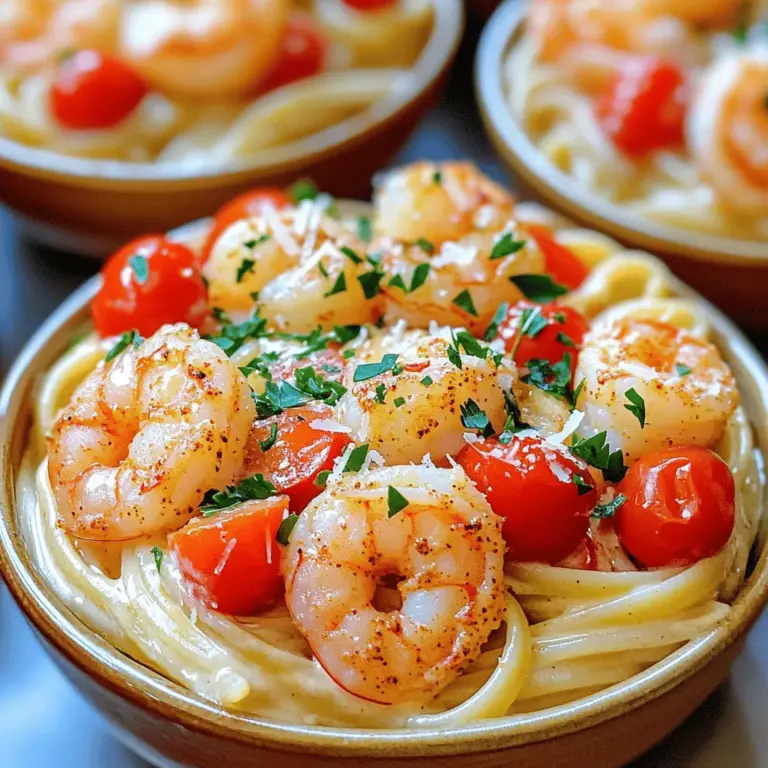 - 225 g Linguine oder Fettuccine - 450 g Garnelen, geschält und entdarmt - 1 mittelgroße Zwiebel, fein gehackt - 3 Knoblauchzehen, gehackt - 1 rote Paprika, in Streifen geschnitten - 150 g Kirschtomaten, halbiert Die Hauptzutaten sind einfach zu finden. Linguine oder Fettuccine geben der Pasta eine tolle Textur. Die Garnelen bringen den Geschmack, den wir lieben. Frisches Gemüse sorgt für Farbe und Knusprigkeit. Zwiebeln und Knoblauch geben diesen Gerichten viel Aroma. - 2 Esslöffel Cajun-Gewürzmischung - 240 ml Sahne - 240 ml Hühnerbrühe - 50 g geriebener Parmesan - Salz und Pfeffer nach Geschmack - Frische Petersilie, gehackt (zum Garnieren) Die Cajun-Gewürzmischung bringt die Wärme. Sie gibt der Pasta ihren besonderen Kick. Die Kombination aus Sahne und Hühnerbrühe macht die Soße cremig. Parmesan verleiht dem Gericht einen reichen Geschmack. Frische Petersilie sorgt für einen frischen Kontrast. Für das komplette Rezept, schau dir die [Full Recipe] an. Koche zuerst die Linguine oder Fettuccine in einem großen Topf. Verwende sprudelndes Salzwasser. Achte darauf, die Pasta nach Packungsanweisung al dente zu kochen. Das bedeutet, sie sollte noch einen leichten Biss haben. Wenn die Pasta fertig ist, gieße sie ab, aber bewahre 120 ml des Nudelwassers auf. Dieses Wasser hilft, die Sauce später zu binden. Nimm die geschälten und entdarmten Garnelen. In einer Schüssel vermenge die Garnelen mit der Cajun-Gewürzmischung. Stelle sicher, dass sie gleichmäßig bedeckt sind. Die Gewürze geben den Garnelen einen tollen Geschmack. Diese Mischung bringt die Cajun-Aromen perfekt zur Geltung. Erhitze in einer großen Pfanne das Olivenöl bei mittlerer Hitze. Sobald das Öl heiß ist, füge die fein gehackte Zwiebel hinzu. Brate sie 2-3 Minuten, bis sie weich sind. Danach kommen der gehackte Knoblauch und die Paprikastreifen dazu. Brate alles etwa 2 Minuten weiter, bis es gut duftet. Schiebe das Gemüse an den Rand der Pfanne. Jetzt füge die gewürzten Garnelen hinzu. Koche sie 3-4 Minuten, bis sie rosa und durchgegart sind. Gieße die Hühnerbrühe und die Sahne in die Pfanne. Rühre alles gut um, um die Zutaten zu verbinden. Bringe die Mischung sanft zum Köcheln. Lasse sie 5-7 Minuten garen, bis sie leicht eingedickt ist. Dann gebe die gekochte Pasta, die halbierten Kirschtomaten und den geriebenen Parmesan dazu. Mische alles gut, bis die Pasta mit der cremigen Sauce bedeckt ist. Wenn die Sauce zu dick ist, füge etwas von dem aufbewahrten Nudelwasser hinzu. So erreichst du die gewünschte Konsistenz. Um die Garnelen perfekt zu garen, achte darauf, sie nicht zu lange zu kochen. Garnelen sind schnell gar. Wenn sie rosa und fest sind, sind sie fertig. Überhitze sie nicht, sonst werden sie gummiartig. Ein einfacher Test ist, sie nach 3 bis 4 Minuten zu prüfen. Wenn sie sich leicht biegen, sind sie perfekt. Die Konsistenz der Sauce ist wichtig für den Geschmack. Wenn die Sauce zu dick ist, füge etwas Nudelwasser hinzu. Das Nudelwasser hat Stärke, die hilft, die Sauce zu binden. Beginne mit einem Esslöffel und rühre gut um. Du kannst mehr hinzufügen, bis die gewünschte Konsistenz erreicht ist. Präsentation macht viel aus. Serviere die Pasta in flachen Schalen. Garniere sie mit zusätzlichem Parmesan und frischer Petersilie. Das bringt Farbe und Frische. Du kannst auch ganze Kirschtomaten dazugeben. Sie sehen hübsch aus und geben einen schönen Kontrast. So wird deine cremige Cajun Garnelen-Pasta ein echter Hingucker. Für die vollständige Zubereitung schaue dir das [Full Recipe] an. {{image_4}} Wenn du kein Fan von Garnelen bist, probiere Gemüsepasta. Du kannst Zucchini, Brokkoli oder Spinat verwenden. Diese Gemüsesorten geben der Pasta Farbe und Geschmack. Ersetze die Garnelen einfach durch dein Lieblingsgemüse. Brate das Gemüse in der Pfanne, bis es weich ist. Füge dann die Soße und die Pasta hinzu. Du wirst die cremige Textur lieben! Wenn du es schärfer magst, füge zusätzliche scharfe Gewürze oder Chilis hinzu. Ein Hauch von Cayennepfeffer kann das Gericht aufpeppen. Frische Chilis oder scharfe Soßen sind auch tolle Optionen. Achte darauf, die Menge langsam zu erhöhen. So findest du die perfekte Schärfe für deinen Geschmack. Für eine glutenfreie Variante kannst du glutenfreie Pasta verwenden. Es gibt viele Marken, die einen tollen Geschmack bieten. Du kannst auch Zucchini-Nudeln oder Reisnudeln ausprobieren. Achte ebenfalls darauf, glutenfreie Hühnerbrühe zu verwenden. So bleibt das Gericht für alle genießbar. Für das vollständige Rezept, schau dir die [Full Recipe] an. Um die cremige Cajun Garnelen-Pasta frisch zu halten, solltest du sie in einem luftdichten Behälter aufbewahren. Stelle sicher, dass die Pasta vollständig abgekühlt ist, bevor du sie in den Kühlschrank stellst. So bleibt der Geschmack erhalten. Die Reste halten sich etwa 3 bis 4 Tage im Kühlschrank. Wenn du die Pasta wieder aufwärmst, verwende einen Topf oder die Mikrowelle. Füge etwas Wasser oder Brühe hinzu, um die Konsistenz zu verbessern. Wenn du mehr Reste hast, kannst du die Pasta auch einfrieren. Teile sie in Portionen auf, um das Auftauen zu erleichtern. Verwende dafür gefriergeeignete Behälter oder Beutel. Achte darauf, so viel Luft wie möglich zu entfernen. Die Reste halten sich im Gefrierfach bis zu 3 Monate. Zum Auftauen kannst du die Pasta über Nacht im Kühlschrank lassen oder sie direkt in der Mikrowelle auftauen. So hast du schnell eine leckere Mahlzeit zur Hand. Die Zubereitungszeit für die cremige Cajun Garnelen-Pasta beträgt etwa 15 Minuten. Die Kochzeit ist ebenfalls schnell, in der Regel sind es rund 30 Minuten insgesamt. Du kannst also in weniger als einer Stunde eine köstliche Mahlzeit auf den Tisch bringen. Ja, du kannst gefrorene Garnelen verwenden. Achte darauf, sie vorher gut aufzutauen. Lege sie einfach in eine Schüssel mit kaltem Wasser. Das geht schnell und einfach. Wenn sie aufgetaut sind, kannst du sie wie frische Garnelen würzen und zubereiten. So sparst du Zeit und hast trotzdem frischen Geschmack. Die Schärfe kannst du ganz nach deinem Geschmack anpassen. Wenn du es schärfer magst, füge mehr Cajun-Gewürzmischung hinzu. Alternativ kannst du auch frische oder getrocknete Chilis verwenden. Beginne mit einer kleinen Menge und taste dich langsam voran. So findest du die perfekte Balance. Zu dieser Pasta passen viele Beilagen gut. Ein frischer grüner Salat ist eine tolle Wahl. Auch Knoblauchbrot oder geröstetes Gemüse ergänzen das Gericht wunderbar. Du kannst auch etwas Zitronensaft über die Pasta geben, um die Aromen aufzufrischen. Probiere verschiedene Kombinationen und finde deine Favoriten. Diese Anleitung zur cremigen Cajun Garnelen-Pasta bietet dir leckere Möglichkeiten. Du hast die Hauptzutaten, Gewürze und die Zubereitung schrittweise kennengelernt. Mit unseren Tipps kannst du die perfekte Sauce kreieren. Experimentiere mit Variationen oder machen das Gericht vegetarisch. Denk daran, die Reste richtig zu lagern oder einzufrieren. Egal wie du es machst, diese Pasta wird sicher begeistern! Viel Spaß beim Kochen und Genießen.