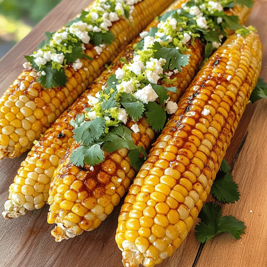 Für Chili Lime Corn on the Cob brauchst du folgende Zutaten: - 4 frische Maiskolben, enthüllt - 2 Esslöffel Olivenöl - 1 Teelöffel Chilipulver - 1 Teelöffel geräuchertes Paprikapulver - 1/2 Teelöffel Knoblauchpulver - Abrieb von 1 Limette - 2 Esslöffel Limettensaft - Salz nach Geschmack - Zerbröckelter Feta-Käse (optional, zur Garnitur) - Frischer Koriander, gehackt (zur Garnitur) Wähle frische, grüne Maiskolben aus. Die Blätter sollten fest und knusprig sein. Achte darauf, dass die Körner prall und glänzend sind. Drücke leicht auf die Körner. Sie sollten saftig sein. Wenn sie trocken oder schlaff wirken, suche nach anderen. Wenn du keinen Feta-Käse magst, kannst du auch Parmesan verwenden. Er gibt einen tollen Geschmack. Für eine milde Option nimm einfach Frischkäse. Wenn dir Koriander nicht zusagt, probiere frische Petersilie oder Schnittlauch. Beide geben einen frischen Kick. Um die Marinade zu machen, brauche ich ein paar einfache Zutaten. Ich nehme 2 Esslöffel Olivenöl, 1 Teelöffel Chilipulver, 1 Teelöffel geräuchertes Paprikapulver und 1/2 Teelöffel Knoblauchpulver. Dann füge ich den Abrieb von 1 Limette und 2 Esslöffel Limettensaft hinzu. Diese Mischung bringt viel Geschmack. Ich rühre alles in einer kleinen Schüssel gut um. Die Marinade sollte gut vermischt sein. Ich heize den Grill auf mittelhohe Hitze vor. Wenn ich eine Grillpfanne benutze, stelle ich sie ebenfalls auf mittlere Hitze. Ich nehme die vorbereiteten Maiskolben und bestreiche sie großzügig mit der Chili-Limetten-Marinade. Dann lege ich die Maiskolben direkt auf den Grill. Ich grille sie für 10 bis 15 Minuten. Dabei wende ich sie gelegentlich. So werden sie gleichmäßig braun und zart. Nach dem Grillen nehme ich die Maiskolben vom Grill. Ich bestreue sie mit Salz, um den Geschmack zu verstärken. Manchmal gebe ich auch zerbröckelten Feta-Käse und frisch gehackten Koriander oben drauf. Das sieht toll aus und schmeckt noch besser. Ich serviere die heißen Maiskolben auf einem großen Teller. Manchmal träufle ich die übrig gebliebene Marinade drüber. So wird jeder Bissen noch leckerer. Um die besten Ergebnisse zu erzielen, heizen Sie den Grill richtig vor. Stellen Sie den Grill auf mittlere Hitze ein. Ein gut vorgeheizter Grill sorgt für schöne Grillstreifen und gleichmäßiges Garen. Überprüfen Sie, ob der Grill sauber ist. Reste vom letzten Grillen können den Geschmack beeinträchtigen. Ein häufiger Fehler ist es, die Maiskolben zu früh auf den Grill zu legen. Lassen Sie die Marinade Zeit, um in den Mais einzuziehen. Ein weiterer Fehler ist das Überwenden des Mais. Wenden Sie ihn nur alle paar Minuten. Das gibt den Körnern die Chance, gleichmäßig zu garen. Achten Sie auch darauf, dass der Grill nicht zu heiß ist. Zu hohe Temperaturen können den Mais verbrennen. Die Präsentation ist wichtig, um das Gericht ansprechend zu gestalten. Servieren Sie die Maiskolben auf einem großen, schönen Teller. Garnieren Sie die Kolben mit frischen Limettenscheiben und Koriander. Der Kontrast von Farben macht das Gericht lebendig. Verwenden Sie die übrig gebliebene Marinade, um eine glänzende Schicht zu erzielen. Ein wenig Feta obendrauf kann das Gericht noch schöner machen. {{image_4}} Um eine vegane Version von Chili Lime Corn on the Cob zu machen, können wir einige Anpassungen vornehmen. Lassen Sie einfach den Feta-Käse weg. Stattdessen können Sie Nusskäse oder eine Avocado-Creme verwenden. Diese Alternativen bringen eine cremige Textur, die das Gericht bereichert. Die Marinade bleibt gleich und sorgt für den gleichen tollen Geschmack. Es gibt viele Möglichkeiten, die Gewürze in dieser Rezeptur zu variieren. Hier sind einige Vorschläge: - Verwenden Sie statt Chilipulver Cayennepfeffer für mehr Schärfe. - Fügen Sie Kreuzkümmel hinzu, um einen erdigen Geschmack zu erzielen. - Probieren Sie italienische Kräuter wie Oregano oder Basilikum für eine andere Note. - Für eine süßere Variante können Sie etwas Zucker oder Honig in die Marinade geben. Chili Lime Corn on the Cob passt perfekt zu vielen Beilagen. Einige meiner Favoriten sind: - Gegrilltes Gemüse, wie Zucchini oder Paprika. - Ein frischer grüner Salat mit Limetten-Dressing. - Tortillas oder Nachos, die die Aromen gut ergänzen. - Reis mit Limette und Koriander für eine zusätzliche Geschmacksebene. Diese Variationen und Beilagen machen Ihr Grillfest noch aufregender. Probieren Sie auch die vollständige Rezeptur für Chili Lime Corn on the Cob aus! Um den Grillgenuss zu bewahren, lassen Sie den gegrillten Mais zuerst abkühlen. Wickeln Sie ihn dann in Frischhaltefolie oder Aluminiumfolie ein. So bleibt der Geschmack erhalten. Lagern Sie den eingewickelten Mais im Kühlschrank. Er bleibt so bis zu drei Tage frisch. Wenn Sie mehr Mais haben, als Sie essen können, frieren Sie ihn ein. Wickeln Sie jeden Kolben in Frischhaltefolie. Legen Sie die eingewickelten Kolben in einen gefrierfesten Beutel. So bleibt der Mais bis zu drei Monate haltbar. Achten Sie darauf, die Luft aus den Beuteln zu drücken. Das schützt vor Gefrierbrand. Um Chili Lime Corn aufzuwärmen, gibt es viele Möglichkeiten. - Mikrowelle: Wickeln Sie den Mais in ein feuchtes Papiertuch. Erwärmen Sie ihn für 30 Sekunden. Überprüfen Sie die Temperatur und wiederholen Sie dies nach Bedarf. - Grill: Legen Sie den Mais auf den Grill. Erwärmen Sie ihn bei mittlerer Hitze für 5-7 Minuten. Drehen Sie den Kolben regelmäßig, damit er gleichmäßig warm wird. - Ofen: Heizen Sie den Ofen auf 180 Grad vor. Wickeln Sie den Mais in Aluminiumfolie und backen Sie ihn für etwa 10-15 Minuten. Jede Methode bringt den leckeren Geschmack zurück. Genießen Sie Ihre Reste! Für das vollständige Rezept schauen Sie in die [Full Recipe]. Es dauert etwa 10 bis 15 Minuten, um Chili Lime Corn auf dem Grill zuzubereiten. Die Zeit kann je nach Grillhitze variieren. Achte darauf, die Maiskolben regelmäßig zu wenden. So garen sie gleichmäßig und bekommen eine schöne Farbe. Ja, du kannst Chili Lime Corn auch in einer Grillpfanne oder im Backofen zubereiten. Bei der Grillpfanne solltest du sie bei mittlerer Hitze grillen, ähnlich wie auf dem Grill. Wenn du den Backofen verwendest, stelle ihn auf 200 Grad und grille die Maiskolben etwa 20 Minuten lang. Auf jeden Fall! Die Marinade aus Olivenöl, Limette und Gewürzen passt gut zu vielen anderen Gemüsesorten. Du kannst sie auch für Hähnchen oder Fisch verwenden. Experimentiere mit den Gewürzen, um neue Aromen zu entdecken. Im heutigen Blogbeitrag haben wir die besten Zutaten und eine Schritt-für-Schritt-Anleitung für Chili Lime Corn on the Cob behandelt. Wir haben Tipps gegeben, wie man die besten Maiskolben auswählt und alternative Zutaten nutzt. Zudem lernst du, wie man den Grill perfekt vorbereitet und häufige Fehler vermeidet. Denk auch an die zahlreichen Variationen und die besten Aufbewahrungstipps. Wenn du diese Schritte befolgst, wirst du ein leckeres Gericht zaubern, das jede Grillparty bereichert. Genieße den Grillgenuss!