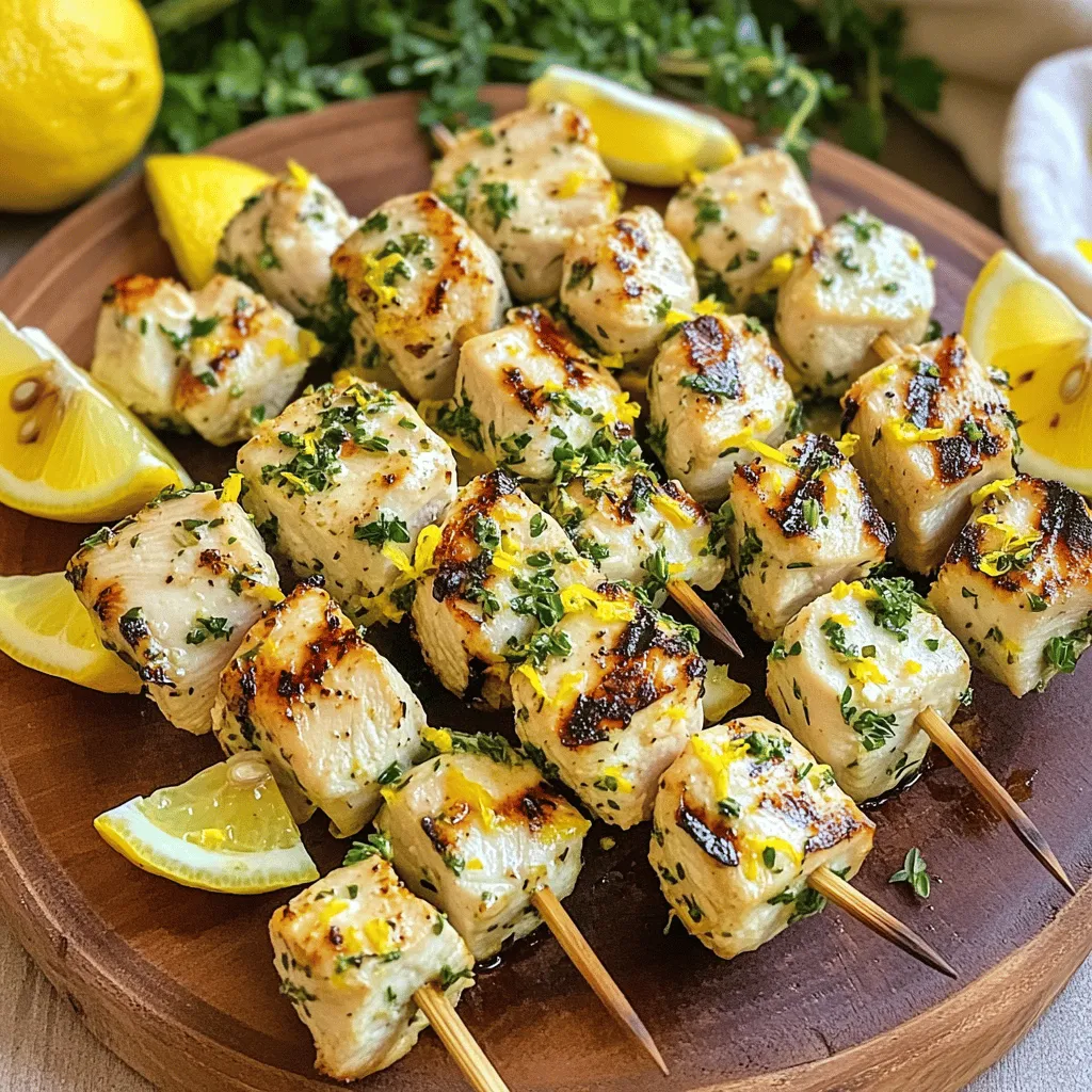 Für die Zitronen-Knoblauch-Kräuter-Hühnchenspieße brauchst du: - 680 g Hähnchenbrustfilets, entbeint und ohne Haut, in 2,5 cm große Würfel geschnitten - 60 ml Olivenöl - Abrieb und Saft von 2 Zitronen - 4 Knoblauchzehen, fein gehackt - 2 Esslöffel frische Petersilie, gehackt - 1 Esslöffel frischer Thymian, gehackt - 1 Teelöffel getrockneter Oregano - Salz und Pfeffer nach Geschmack - Holz- oder Metallspieße Um die besten Ergebnisse zu erzielen, folge diesen Mengenangaben: - Verwende immer frische Zutaten, wenn möglich. - Die Hähnchenbrust sollte gleichmäßig geschnitten sein. - Bei der Marinade ist das Verhältnis von Öl zu Zitronensaft wichtig. - Du kannst die Menge der Kräuter nach deinem Geschmack anpassen. Wenn du keine frischen Kräuter hast, probiere diese Alternativen: - Verwende getrocknete Kräuter. Diese sind oft intensiver im Geschmack. - Für Petersilie kannst du auch Schnittlauch nutzen. - Thymian kann durch Rosmarin ersetzt werden. - Bei Oregano passt auch italienische Gewürzmischung gut. Mit diesen Zutaten und Tipps bereitest du die perfekten Zitronen-Knoblauch-Kräuter-Hühnchenspieße zu. Für die vollständige Anleitung schaue dir das [Full Recipe] an. Um die Marinade zu machen, mischen Sie zuerst das Olivenöl, den Zitronenabrieb und den Zitronensaft in einer großen Schüssel. Fügen Sie dann die fein gehackten Knoblauchzehen, die gehackte Petersilie, den Thymian und den getrockneten Oregano hinzu. Rühren Sie alles gut um. Schmecken Sie die Marinade mit Salz und Pfeffer ab. Diese Mischung ist der Schlüssel zu saftigem Hähnchen. Nehmen Sie die Hähnchenbrustfilets und schneiden Sie sie in 2,5 cm große Würfel. Geben Sie die Hähnchenwürfel in die Marinade und rühren Sie gut um. Jedes Stück sollte mit der Marinade bedeckt sein. Decken Sie die Schüssel mit Frischhaltefolie ab. Lassen Sie die Hähnchenwürfel mindestens 30 Minuten im Kühlschrank marinieren. Sie können sie auch bis zu 4 Stunden marinieren, um noch mehr Geschmack zu erhalten. Wenn Sie Holzspieße verwenden, legen Sie diese 30 Minuten in Wasser. Dies verhindert, dass sie beim Grillen verbrennen. Heizen Sie dann den Grill oder eine Grillpfanne auf mittlere Hitze vor. Stecken Sie die marinierten Hähnchenstücke vorsichtig auf die Spieße. Lassen Sie etwas Platz zwischen den Stücken, damit sie gleichmäßig garen. Grillen Sie die Spieße 10 bis 12 Minuten lang, wobei Sie sie gelegentlich wenden. Das Hähnchen sollte eine Innentemperatur von 75 °C erreichen. Nach dem Grillen, lassen Sie die Spieße ein paar Minuten ruhen, bevor Sie sie servieren. Diese einfachen Schritte machen Ihr Gericht besonders lecker. Nutzen Sie die [Full Recipe] für mehr Details. Die Garzeit ist wichtig für zartes Hähnchen. Grillen Sie die Spieße 10 bis 12 Minuten. Wenden Sie die Spieße alle paar Minuten. Die Innentemperatur sollte 75 °C erreichen. So bleibt das Hähnchen saftig und weich. Das Einweichen von Holzspießen ist entscheidend. Legen Sie die Spieße mindestens 30 Minuten in Wasser. Dies verhindert, dass sie beim Grillen verbrennen. Die Spieße halten auch die Marinade besser. Ein häufiger Fehler ist, die Hähnchenstücke zu nah auf die Spieße zu stecken. Lassen Sie etwas Platz für eine gleichmäßige Garung. Ein weiterer Fehler ist, die Marinade nicht lange genug einziehen zu lassen. Marinieren Sie das Hähnchen mindestens 30 Minuten, besser bis zu 4 Stunden. So schmeckt das Hähnchen intensiver und frischer. {{image_4}} Sie können die Spieße aufpeppen, indem Sie Gemüse hinzufügen. Zucchini, Paprika und Zwiebeln passen gut. Schneiden Sie das Gemüse in gleich große Stücke. Fügen Sie das Gemüse zur Marinade hinzu. So erhält alles den leckeren Geschmack. Sie können auch andere Proteine verwenden. Garnelen oder Tofu sind tolle Alternativen. Marinieren Sie diese gleich wie das Hähnchen. Wenn Sie vegan essen, probieren Sie Tofu oder Seitan. Beide nehmen die Aromen gut auf. Für die Marinade können Sie Olivenöl, Zitronensaft und Knoblauch verwenden. Fügen Sie frische Kräuter hinzu, um den Geschmack zu intensivieren. Diese Kombination macht Ihre Spieße lecker und gesund. Für scharfe Liebhaber gibt es tolle Tricks! Fügen Sie etwas Chili oder Paprikapulver zur Marinade hinzu. Auch eine Prise Cayennepfeffer bringt Feuer. Wenn Sie die Hitze noch mehr wollen, verwenden Sie kleine Peperoni. So wird Ihr Gericht richtig scharf und aufregend. Für mehr Ideen schauen Sie sich das [Full Recipe] an. Um die Reste der Zitronen-Knoblauch-Kräuter-Hühnchenspieße frisch zu halten, lege sie in einen luftdichten Behälter. Achte darauf, dass die Spieße gut abgekühlt sind, bevor du sie verpackst. Du kannst sie auch in Frischhaltefolie wickeln. So bleiben die Aromen erhalten. Wenn du die Hähnchenspieße aufwärmen möchtest, benutze den Ofen oder die Pfanne. Heize den Ofen auf 175 °C vor. Lege die Spieße auf ein Backblech und erwärme sie etwa 10 Minuten. In der Pfanne kannst du sie bei mittlerer Hitze für 5 bis 7 Minuten aufwärmen. So bleiben sie saftig und zart. Im Kühlschrank halten sich die Reste bis zu 3 Tage. Achte darauf, dass sie gut verpackt sind. Im Gefrierschrank kannst du sie bis zu 3 Monate aufbewahren. Zum Einfrieren lege die Spieße in einen Gefrierbeutel und drücke die Luft heraus. So bleiben sie frisch und lecker. Die Hähnchenspieße sollten mindestens 30 Minuten marinieren. Ein längeres Marinieren von bis zu 4 Stunden gibt dem Hähnchen mehr Geschmack. Die Marinade aus Olivenöl, Zitronensaft, Knoblauch und Kräutern zieht gut in das Fleisch ein. So wird das Hähnchen saftig und aromatisch. Ja, du kannst die Spieße im Ofen zubereiten. Heize den Ofen auf 200 °C vor. Lege die Spieße auf ein Backblech und grille sie 15-20 Minuten. Drehe die Spieße einmal während des Garens. So erreichst du auch im Ofen eine schöne Bräunung. Um zu prüfen, ob das Hähnchen durchgegart ist, benutze ein Fleischthermometer. Die Innentemperatur sollte 75 °C (165 °F) erreichen. Wenn du kein Thermometer hast, schneide ein Stück Hähnchen auf. Das Fleisch sollte ganz weiß sein und keine rosa Stellen zeigen. Die Hähnchenspieße passen gut zu vielen Beilagen. Serviere sie mit einem bunten Salat oder einem cremigen Tzatziki. Du kannst auch Reis oder Fladenbrot dazu reichen. Diese Kombinationen machen das Gericht lecker und sättigend. In diesem Blogbeitrag haben wir die besten Tipps für Marinaden und Hähnchenspieße durchgearbeitet. Wir haben Zutaten, eine Schritt-für-Schritt-Anleitung und hilfreiche Tipps geteilt. Außerdem haben wir Variationen und Aufbewahrungshinweise behandelt. Jetzt bist du bereit, leckere Hähnchenspieße zuzubereiten. Vertraue auf die Tipps, um Fehler zu vermeiden. Nutze die Alternativen, die dir am besten gefallen. So wird dein Grillerlebnis sicher ein Erfolg.
