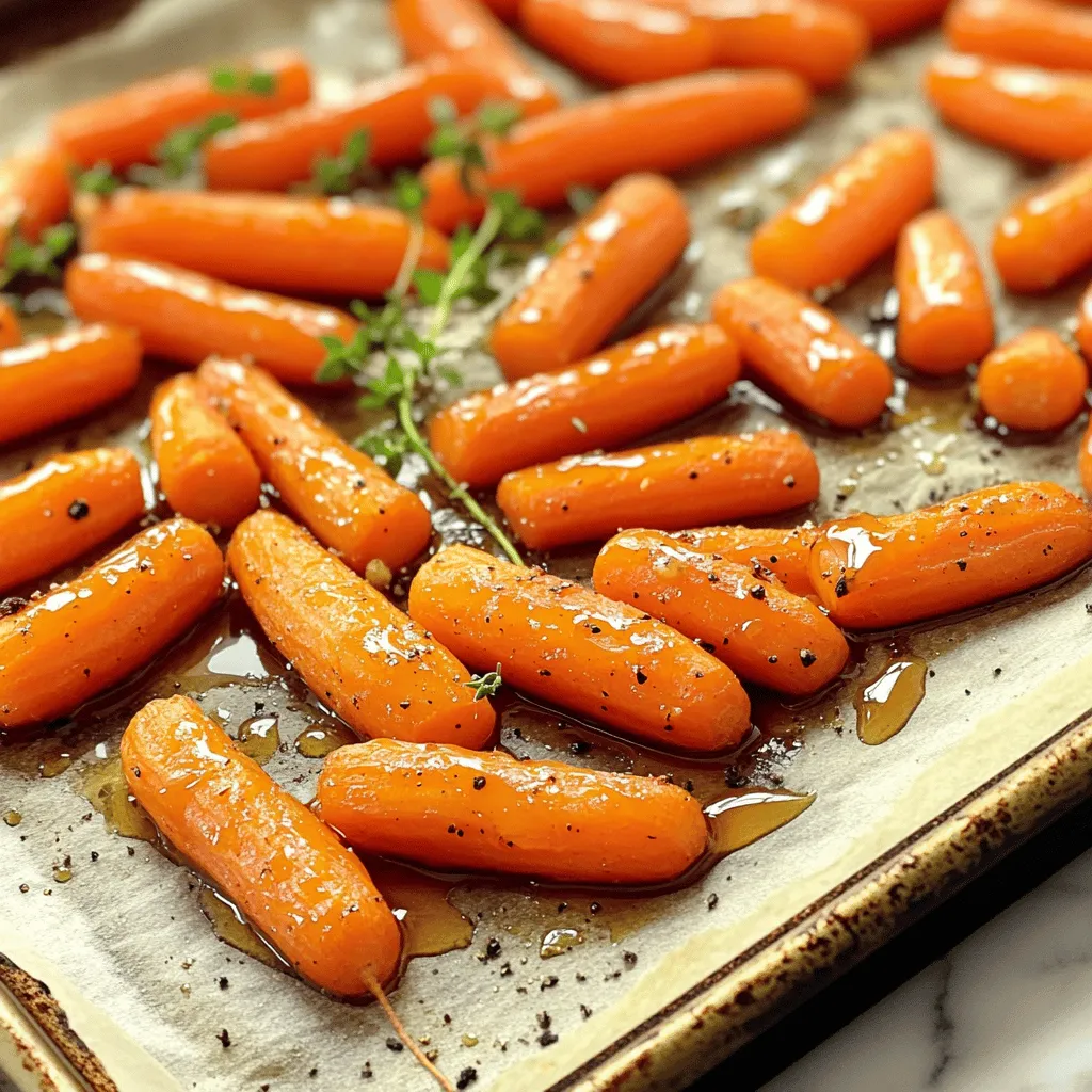 - 450 g Babykarotten - 2 Esslöffel reiner Ahornsirup - 2 Esslöffel Olivenöl Die Hauptzutaten sind einfach zu finden und sehr nahrhaft. Babykarotten sind süß und zart. Der reinen Ahornsirup gibt den Karotten einen besonderen Geschmack. Olivenöl sorgt dafür, dass die Karotten schön rösten. - 1 Teelöffel gemahlener Zimt - 1/2 Teelöffel Meersalz - 1/4 Teelöffel schwarzer Pfeffer Die Gewürze bringen Leben in das Gericht. Zimt fügt Wärme und Tiefe hinzu. Das Meersalz hebt die Süße des Ahornsirups hervor. Der schwarze Pfeffer gibt einen kleinen Kick. Diese Kombination macht die Karotten besonders lecker. - Frische Thymianblätter Thymian ist eine tolle Ergänzung. Er bringt Frische und Farbe. Wenn du magst, kannst du die Thymianblätter nach dem Rösten darüber streuen. So wird das Gericht noch schöner und aromatischer. Für das vollständige Rezept schaue dir die Sektion „Full Recipe“ an. Zuerst putzen Sie die Babykarotten. Entfernen Sie alle Schmutzreste. Danach schälen Sie die Karotten, um die Haut loszuwerden. Dies macht sie zarter. Jetzt heizen Sie Ihren Ofen auf 200°C vor. Das sorgt dafür, dass die Karotten gleichmäßig garen. In einer großen Schüssel kombinieren Sie den reinen Ahornsirup, das Olivenöl und die Gewürze. Fügen Sie einen Teelöffel gemahlenen Zimt, einen halben Teelöffel Meersalz und einen viertel Teelöffel schwarzen Pfeffer hinzu. Rühren Sie die Mischung gut um, bis alles vereint ist. Diese Glasur macht die Karotten süß und würzig. Legen Sie die glasierten Karotten auf ein Backblech. Achten Sie darauf, dass die Karotten nicht übereinander liegen. So braten sie gleichmäßig. Jetzt kommt das Backblech in den Ofen. Rösten Sie die Karotten für 25-30 Minuten. Wenden Sie sie nach der Hälfte der Zeit, um eine schöne Bräunung zu bekommen. Nach dem Garen nehmen Sie das Blech heraus und lassen die Karotten kurz abkühlen. So sind sie perfekt zum Servieren. Für den letzten Schliff können Sie frische Thymianblätter darüber streuen. Für das vollständige Rezept schauen Sie sich die Details in der [Full Recipe] an. - Überfüllung des Backblechs: Achte darauf, dass die Karotten nicht zu eng nebeneinander liegen. Wenn sie sich überlappen, garen sie ungleichmäßig. So wird das Rösten schwierig und sie karamellisieren nicht richtig. - Zu frühes Wenden der Karotten: Lass die Karotten zuerst für die Hälfte der Garzeit ruhen. Wenn du sie zu früh wendest, nehmen sie nicht die Farbe und den Geschmack auf, die du willst. - Testen der zarten Konsistenz: Nach 25 Minuten im Ofen solltest du die Karotten mit einer Gabel anstechen. Sie sollten zart, aber nicht matschig sein. Wenn sie noch fest sind, lasse sie weitere 5 Minuten im Ofen. - Zusätzliche Gewürzoptionen: Du kannst auch Kreuzkümmel oder Ingwer hinzufügen. Das bringt einen neuen Geschmack in die Karotten. Diese Gewürze passen gut zum Ahornsirup. - Verwendung von verschiedenen Karotten: Probiere bunte Karotten, wie lila oder gelbe. Sie bringen mehr Farbe und machen das Gericht interessanter. Unterschiedliche Karottensorten haben leicht unterschiedliche Geschmäcker, was das Essen aufregender macht. Für das vollständige Rezept besuche die Seite: [Full Recipe]. {{image_4}} Nüsse bringen einen tollen Crunch in das Gericht. Ich empfehle, Pekannüsse oder Walnüsse zu verwenden. Diese Nüsse passen gut zu den glasierten Karotten. Sie können sie grob hacken und am Ende über die Karotten streuen. Das gibt einen tollen Geschmack und eine schöne Textur. Wenn Sie glutenfrei leben, können Sie das Olivenöl durch Kokosöl ersetzen. Kokosöl hat einen leichten Geschmack, der gut mit dem Ahornsirup harmoniert. Diese einfache Änderung macht das Rezept für jeden geeignet. Es ist eine gute Möglichkeit, den Geschmack zu variieren und trotzdem gesund zu bleiben. Für eine süßere Note können Sie Honig anstelle von Ahornsirup verwenden. Honig hat einen tiefen, reichen Geschmack. Er gibt den Karotten eine andere, aber ebenso leckere Süße. Diese Variante ist perfekt für Fans von Honig. Probieren Sie es aus, um eine neue Geschmackserfahrung zu genießen! Die Reste von ahornsirup-glasierten Karotten halten sich gut im Kühlschrank. Sie können sie bis zu fünf Tage aufbewahren. Achten Sie darauf, die Karotten in einem luftdichten Behälter zu lagern. So bleibt der Geschmack frisch. Wenn Sie die Karotten länger aufbewahren möchten, können Sie sie einfrieren. Es ist am besten, die Karotten nach dem Rösten abkühlen zu lassen. Legen Sie sie in einen Gefrierbeutel und entfernen Sie so viel Luft wie möglich. Beschriften Sie den Beutel mit dem Datum. So wissen Sie, wann Sie sie eingefroren haben. So bleiben sie bis zu drei Monate frisch. Um die Karotten wieder aufzuwärmen, können Sie den Ofen verwenden. Heizen Sie ihn auf 180°C vor. Legen Sie die Karotten auf ein Backblech und erwärmen Sie sie für etwa 10 bis 15 Minuten. So bleiben sie zart und lecker. Alternativ können Sie die Karotten in der Mikrowelle aufwärmen. Stellen Sie die Mikrowelle auf mittlere Hitze und erwärmen Sie die Karotten für zwei bis drei Minuten. Rühren Sie zwischendurch um, damit sie gleichmäßig warm werden. Die ahornsirup-glasierten Karotten bleiben im Kühlschrank etwa 3 bis 5 Tage frisch. Lagern Sie sie in einem luftdichten Behälter. So bleibt der Geschmack erhalten. Vor dem Servieren können Sie sie leicht aufwärmen. Das sorgt für einen tollen Genuss. Ja, Sie können frische Karotten verwenden. Der Geschmack wird intensiver sein. Aber die Garzeit ändert sich. Schneiden Sie sie in gleichmäßige Stücke. So garen sie gleichmäßig. Babykarotten sind oft süßer und zarter. Sie brauchen weniger Zeit zum Rösten. Ahornsirup-gläserne Karotten passen gut zu vielen Gerichten. Sie harmonieren mit gebratenem Hähnchen oder Lachs. Auch zu gegrilltem Gemüse sind sie lecker. Für eine vegetarische Option empfehlen sich Quinoa oder Couscous. Diese Beilagen ergänzen den süßen Geschmack der Karotten. Ja, dieses Rezept ist vegan. Es enthält keine tierischen Zutaten. Der reine Ahornsirup und das Olivenöl sind pflanzlich. Genießen Sie die Karotten ohne Bedenken, auch wenn Sie vegan leben. Dieses Rezept für ahornsirup-glasierte Karotten ist einfach und lecker. Wir haben frische Babykarotten mit einer süßen und würzigen Glasur kombiniert. Die Tipps helfen Ihnen, Fehler zu vermeiden und den besten Geschmack zu erzielen. Variationen bieten Ihnen noch mehr Möglichkeiten, kreativ zu sein. Denken Sie daran, die Karotten richtig zu lagern, um die Frische zu bewahren. Genießen Sie beim Kochen die einfachen Schritte und die köstlichen Aromen!