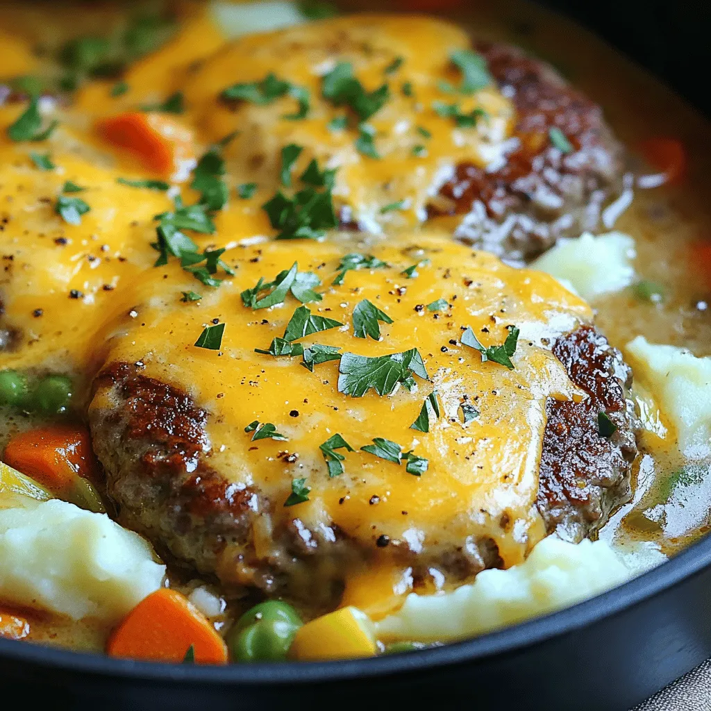 Für ein perfektes Amish Hamburger Steak Bake brauchen Sie: - 450 g gemahlenes Rindfleisch - 1 Zwiebel, fein gehackt - 2 Knoblauchzehen, zerdrückt - 100 g Semmelbrösel - 1 großes Ei - 1 Esslöffel Worcestershire-Sauce - Salz und Pfeffer nach Geschmack - 500 ml Rinderbrühe - 150 g gefrorenes gemischtes Gemüse (Karotten, Erbsen, Mais) - 500 g Kartoffelbrei (selbstgemacht oder aus dem Laden) - 100 g geriebener Cheddar-Käse - Frische Petersilie, gehackt (zum Garnieren) Diese Zutaten sind einfach zu finden. Jedes Element trägt zu einem herzhaften Geschmack bei. Die Gewürze sind wichtig für den Geschmack. Verwenden Sie Salz und Pfeffer, um die Aromen zu betonen. Worcestershire-Sauce fügt eine tiefere Note hinzu. Knoblauch und Zwiebel bringen Frische und Tiefe in das Gericht. Einige Küchenutensilien sind sehr hilfreich: - Große Rührschüssel - Pfanne für das Braten - Auflaufform für das Backen - Spatel für den Kartoffelbrei Diese Utensilien erleichtern die Zubereitung. Sie sorgen dafür, dass alles gut zusammenkommt. Mit den richtigen Werkzeugen wird das Kochen noch einfacher und angenehmer. Um den Fleischmix zuzubereiten, nehme ich eine große Rührschüssel. Ich gebe das gemahlene Rindfleisch hinein. Dann füge ich die fein gehackte Zwiebel und die zerdrückten Knoblauchzehen hinzu. Die Semmelbrösel kommen als Nächstes in die Schüssel. Ich schlage ein großes Ei dazu und gebe einen Esslöffel Worcestershire-Sauce. Schließlich würze ich mit Salz und Pfeffer. Ich mische alles gut, bis es ein gleichmäßiger Mix ist. Aus dieser Mischung forme ich sechs ovale Patties. Jetzt erhitze ich eine große Pfanne auf mittlerer Hitze. Ich lege die Patties vorsichtig in die Pfanne. Ich brate sie für etwa drei bis vier Minuten auf jeder Seite. Die Patties sollten außen schön braun werden. Nachdem ich sie gebraten habe, nehme ich sie aus der Pfanne und lege sie in eine Auflaufform. In die Auflaufform gieße ich gleichmäßig die Rinderbrühe über die Patties. Darauf streue ich das gefrorene gemischte Gemüse. Jetzt kommt der Kartoffelbrei. Ich verteile ihn großzügig über das Gemüse. Mit einem Spatel glätte ich die Oberfläche. Zum Schluss streue ich geriebenen Cheddar-Käse darüber. Ich decke die Form mit Aluminiumfolie ab und backe sie im Ofen bei 190°C für 30 Minuten. Danach nehme ich die Folie ab und backe weitere 10 bis 15 Minuten, bis der Käse goldbraun ist. Die Garzeit ist wichtig für saftige Patties. Ich brate die Patties etwa 3-4 Minuten pro Seite an. So erhalten sie eine schöne Kruste. Überprüfen Sie die Innentemperatur mit einem Fleischthermometer. Sie sollte mindestens 70 °C betragen. Das stellt sicher, dass das Rindfleisch gut durchgegart ist. Das Rezept ist flexibel. Fühlen Sie sich frei, die Gewürze anzupassen. Fügen Sie zum Beispiel Paprika oder Kreuzkümmel hinzu. Auch frische Kräuter wie Thymian oder Rosmarin machen einen großen Unterschied. Sie können auch das Gemüse variieren. Brokkoli oder grüne Bohnen funktionieren super. Experimentieren Sie, um Ihren eigenen Geschmack zu finden. Haben Sie Reste? Kein Problem. Lassen Sie das Gericht zuerst abkühlen. Danach können Sie es in einem luftdichten Behälter aufbewahren. Im Kühlschrank hält es sich bis zu drei Tage. Wenn Sie es einfrieren möchten, stellen Sie sicher, dass es gut verpackt ist. So bleibt es bis zu drei Monate frisch. Zum Aufwärmen einfach bei 180 °C für 20 Minuten backen. So bleibt der Käse schön schmelzend. {{image_4}} Wenn Sie eine vegetarische Variante des Amish Hamburger Steak Bake möchten, können Sie Fleisch durch pflanzliche Alternativen ersetzen. Verwenden Sie einfach gemischtes Gemüse zusammen mit Linsen oder Kichererbsen. Diese Zutaten geben einen tollen Geschmack und eine gute Textur. Sie können auch Soja- oder Tofupatties verwenden. Diese Optionen sind nahrhaft und machen das Gericht herzhaft. Das schöne an diesem Gericht ist seine Flexibilität. In einigen Regionen wird das Rezept mit speziellen Gewürzen oder anderen Gemüsesorten angepasst. In den Südstaaten fügen viele Leute Paprika oder grünen Pfeffer hinzu. In anderen Gebieten könnte man es mit Pilzen oder saisonalem Gemüse anreichern. Diese Anpassungen bringen lokale Aromen ins Spiel und machen das Gericht einzigartig. Für eine glutenfreie Version können Sie die Semmelbrösel durch glutenfreie Brösel ersetzen. Auch die Worcestershire-Sauce kann glutenfrei sein, also prüfen Sie das Etikett. Verwenden Sie frische oder gefrorene Kartoffeln für den Kartoffelbrei, um sicherzustellen, dass alles glutenfrei bleibt. Diese Anpassungen sorgen dafür, dass jeder mitessen kann, ohne auf den Geschmack verzichten zu müssen. Um die Reste des Amish Hamburger Steak Bake frisch zu halten, kühlen Sie sie schnell ab. Lagern Sie das Gericht in einem luftdichten Behälter. Es bleibt bis zu drei Tage im Kühlschrank gut. Vergessen Sie nicht, das Gericht vor dem Kühlen abdecken. So schützen Sie es vor Gerüchen und Austrocknung. Das Einfrieren ist eine tolle Option, wenn Sie das Gericht länger aufbewahren wollen. Teilen Sie das Steak Bake in Portionen auf. Nutzen Sie gefriergeeignete Behälter oder Beutel. Achten Sie darauf, die Luft herauszudrücken, um Gefrierbrand zu vermeiden. Das Gericht bleibt bis zu drei Monate gefroren frisch. Zum Wiederaufwärmen ist es am besten, die Mikrowelle oder den Ofen zu nutzen. Im Ofen heizen Sie das Gericht bei 180 °C. Decken Sie es mit Folie ab, um das Austrocknen zu vermeiden. In der Mikrowelle erhitzen Sie es in kurzen Intervallen. Rühren Sie zwischendurch um, damit es gleichmäßig warm wird. So bleibt der Geschmack erhalten und die Konsistenz bleibt angenehm. Die Zubereitung dauert etwa 20 Minuten. Das Backen benötigt 40 bis 45 Minuten. Insgesamt sind es also rund 55 Minuten von Anfang bis Ende. Diese Zeit ist perfekt für ein schnelles, aber leckeres Abendessen. Ja, Sie können das Rezept im Voraus zubereiten. Bereiten Sie die Patties und die Auflaufform einfach vor. Decken Sie die Form ab und stellen Sie sie in den Kühlschrank. Backen Sie das Gericht dann, wenn Sie bereit sind zu essen. So sparen Sie Zeit und genießen trotzdem ein frisches Gericht. Zu diesem herzhaften Gericht passen viele Beilagen gut. Hier sind einige Ideen: - Ein frischer grüner Salat - Gedämpfte grüne Bohnen - Maisbrot - Apfelmus für eine süße Note Diese Beilagen ergänzen das Gericht und machen das Essen noch besser. Um mehr Protein hinzuzufügen, haben Sie einige Optionen: - Verwenden Sie zusätzliches mageres Hackfleisch oder Hähnchen. - Fügen Sie gekochte Linsen oder Bohnen zur Mischung hinzu. - Servieren Sie das Gericht mit einer Eiweißquelle, wie einem Spiegelei oben drauf. Diese Anpassungen helfen Ihnen, das Gericht nahrhafter zu machen, ohne den Geschmack zu verlieren. Das Amish Hamburger Steak Bake bietet einfache Schritte, um ein schmackhaftes Gericht zuzubereiten. Wir haben die Hauptzutaten und Gewürze sowie nützliche Küchenutensilien besprochen. Ich habe Tipps gegeben, wie du die Garzeit perfekt im Griff hast und das Gericht lagerst. Auch Variationen für Vegetarier und glutenfreie Optionen wurden nicht vergessen. Jetzt bist du bereit, dieses köstliche Gericht nach deinen Wünschen zu gestalten. Viel Spaß beim Kochen und Genießen!