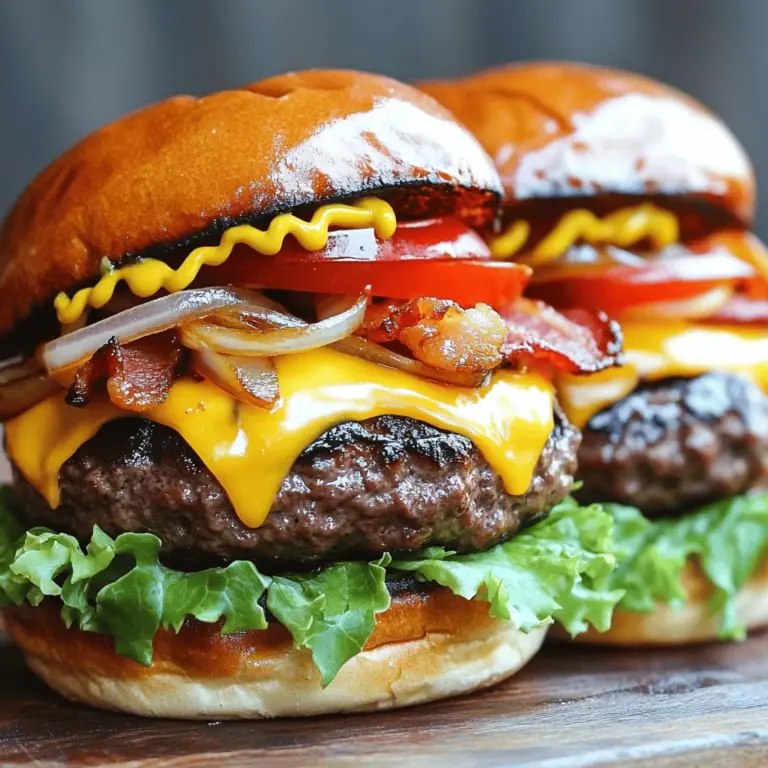 - Rinderhackfleisch: Wählen Sie Rinderhackfleisch mit einem Fettgehalt von 80/20. Dieses Verhältnis sorgt für saftige Patties. Ein höherer Fettgehalt macht das Fleisch geschmackvoller und verhindert, dass die Burger trocken werden. - Irischer Cheddar: Achten Sie auf gereiften irischen Cheddar. Dieser Käse hat einen kräftigen Geschmack. Er schmilzt gut und ergänzt die anderen Zutaten perfekt. Suchen Sie nach einem Käse mit einer schönen, goldenen Farbe. - Weitere essentielle Zutaten: - 4 Scheiben knuspriger Speck: Er fügt einen tollen Crunch hinzu. - 1 große Zwiebel: Diese sollten Sie karamellisieren, um ihren süßen Geschmack zu verstärken. - Gewürze wie Worcestershire-Sauce, Knoblauchpulver und geräuchertes Paprikapulver: Diese verstärken den Geschmack des Burgers. - Salz und Pfeffer: Verwenden Sie diese nach Ihrem Geschmack. Alle Zutaten sind wichtig, um einen leckeren irischen Pub-Burger zu kreieren. Sie können die genauen Mengen und die Zubereitung im [Full Recipe] nachlesen. Um Zwiebeln richtig zu karamellisieren, brauchst du die richtige Temperatur. Stelle die Hitze auf mittel. Nutze Olivenöl oder Butter, um die Zwiebeln in die Pfanne zu geben. Du solltest sie langsam garen. Langsame Hitze bringt den besten Geschmack. Es dauert etwa 15 Minuten, bis sie goldbraun sind. Rühre sie manchmal um, damit sie gleichmäßig garen. Jetzt kommt der Spaß: Patties formen! Nimm das Rinderhackfleisch und mische es mit Worcestershire-Sauce, Knoblauchpulver und Gewürzen. Teile die Mischung in vier Teile. Forme sie zu Patties, die etwas größer als die Brötchen sind. Das hilft, wenn sie beim Grillen schrumpfen. Die Patties sollten gleichmäßig dick sein, damit sie gut garen. Grill deine Patties bei mittelhoher Hitze. Brate sie etwa 4-5 Minuten auf jeder Seite. So bekommst du den perfekten Gargrad. Wenn du Käse magst, lege ihn in der letzten Minute auf die Patties. So schmilzt der Käse wunderbar. Achte darauf, die Brötchen leicht zu toasten. Das gibt einen tollen Crunch und hält die Burger frisch. Verwende diese Schritte für deinen leckeren irischen Pub-Burger. Für das vollständige Rezept schau dir die [Full Recipe] an. Um einen saftigen Burger zu machen, gibt es ein paar Tricks. Zuerst ist das Hackfleisch wichtig. Verwende Rinderhack mit einem Fettgehalt von 20%. Das Fett macht den Burger zart und saftig. Wenn du das Fleisch formst, drücke es nicht zu fest. Das hält die Saftigkeit. Ein weiteres Geheimnis ist die Worcestershire-Sauce. Diese Sauce gibt deinem Burger einen tollen Geschmack. Mische sie in das Hackfleisch. Ein Esslöffel reicht aus. So wird dein Burger noch besser. Die Toppings machen den Burger besonders. Beginne mit frischem Kopfsalat und reifen Tomaten. Diese sorgen für eine schöne Frische. Du kannst auch karamellisierte Zwiebeln hinzufügen. Sie bringen eine süße Note. Für die Saucen sind Senf und Mayonnaise sehr beliebt. Sie passen gut zusammen. Du kannst auch etwas Senf auf die obere Brötchenhälfte streichen. Das gibt einen extra Kick. Sei kreativ mit Gemüse. Probiere Avocado oder eingelegte Gurken. Diese sorgen für neue Geschmackserlebnisse. So wird dein Burger zu einem echten Highlight. Für mehr Details zur Zubereitung, schau dir das [Full Recipe] an. {{image_4}} Wenn du eine vegetarische Option suchst, gibt es viele leckere Möglichkeiten. Du kannst pflanzliche Patties verwenden. Hier sind einige Ideen: - Kichererbsen-Patties: Sie sind nahrhaft und einfach zu machen. - Linsen-Patties: Diese sind proteinreich und sehr schmackhaft. - Gemüse-Patties: Misch aus verschiedenen Gemüsesorten für mehr Geschmack. Für den Käse kannst du Alternativen wählen. Probiere diese: - Vegane Käsealternativen: Sie sind milchfrei und schmelzen gut. - Feta aus Pflanzen: Gibt einen salzigen Geschmack. - Mildere Sorten: Wie Mozzarella aus Pflanzenbasis. Toppings sind wichtig für den Geschmack. Hier einige Vorschläge: - Avocado: Cremig und gesund. - Geröstete Paprika: Süß und schmackhaft. - Saurer Sahne: Für einen frischen Kick. Der Pub-Burger hat viele Einflüsse aus anderen Küchen. Hier sind einige Beispiele: - Tex-Mex Burger: Mit Jalapeños und Guacamole. - Mediterraner Burger: Mit Oliven und Feta. - Asiatischer Burger: Mit Sojasauce und Wasabi. Beliebte Kombinationen weltweit zeigen, wie kreativ man sein kann. Hier sind einige Ideen: - BBQ Burger: Mit Barbecue-Sauce und Zwiebelringen. - Schweizer Burger: Mit geschmolzenem Käse und Pilzen. - Hawaiian Burger: Mit Ananas und Teriyaki-Sauce. Egal, für welche Variante du dich entscheidest, die Möglichkeiten sind endlos. Jeder Burger kann einzigartig und lecker sein. Nach dem Genuss eines leckeren irischen Pub-Burgers bleiben oft Reste übrig. Diese richtig zu lagern, ist wichtig, um Geschmack und Frische zu erhalten. Hier sind einige Methoden: - Burger-Patties: Wickeln Sie die Patties in Frischhaltefolie. Legen Sie sie dann in einen luftdichten Behälter. So bleiben sie saftig. - Brötchen: Lagern Sie die Brötchen in ihrem Originalbeutel oder in einem Papiertuch. So trocknen sie nicht aus. - Zutaten: Bewahren Sie den Speck, die Zwiebeln und den Käse in separaten Behältern auf. Verwenden Sie am besten Glasbehälter für einen besseren Geschmack. Um die Reste wieder zu erwärmen, nutzen Sie eine Pfanne. Erhitzen Sie sie bei mittlerer Hitze. Legen Sie die Patties hinein und decken Sie die Pfanne ab. So bleibt die Feuchtigkeit erhalten. Für die Brötchen, toasten Sie sie kurz in der Pfanne. Das gibt ihnen wieder Knusprigkeit. Jede Zutat hat eine andere Haltbarkeit. Hier sind die Hauptzutaten und ihre Haltbarkeit: - Rinderhackfleisch: Im Kühlschrank hält es etwa 1-2 Tage. Im Gefrierfach bleibt es bis zu 3 Monate frisch. - Irischer Cheddar: Im Kühlschrank hält er bis zu 3 Wochen. Einmal geöffnet, sollte er gut verpackt sein. - Speck: Im Kühlschrank kann er 1 Woche halten. Im Gefrierfach bleibt er bis zu 6 Monate gut. - Zwiebeln: Sie sind ungeöffnet und an einem kühlen Ort mehrere Wochen haltbar. - Brötchen: Sie sind im Kühlschrank etwa 5-7 Tage haltbar. Im Gefrierfach bleiben sie bis zu 3 Monate frisch. Um Lebensmittelverschwendung zu vermeiden, planen Sie Ihre Mahlzeiten. Nutzen Sie die Reste für neue Gerichte. Sie können aus den übrig gebliebenen Zutaten einen leckeren Auflauf oder einen Salat machen. Um deinen Burger würziger zu machen, füge einfach mehr Gewürze hinzu. Du kannst eine Mischung aus Paprika, Kreuzkümmel und Pfeffer verwenden. Auch scharfe Saucen wie Sriracha oder BBQ-Sauce sind tolle Optionen. Experimentiere mit verschiedenen Saucen, um den perfekten Geschmack zu finden. Hier sind einige gute Tipps für zusätzliche Gewürze und Saucen: - Füge frische Kräuter wie Basilikum oder Petersilie hinzu. - Nutze Senf oder scharfen Senf für einen zusätzlichen Kick. - Streue einige Chiliflocken in das Fleisch für mehr Schärfe. Das macht deinen Burger noch leckerer und aufregender! Ja, du kannst die Patties im Voraus zubereiten. Das spart Zeit und macht das Kochen einfacher. Bereite die Patties einfach wie im Rezept beschrieben vor. Lege sie dann auf ein Backblech und stelle sie in den Gefrierschrank. Hier sind die Schritte zur Vorbereitung und Lagerung: - Lege die Patties zwischen Backpapier, damit sie nicht zusammenkleben. - Friere sie für bis zu drei Monate ein. - Wenn du sie kochen möchtest, lasse sie einfach im Kühlschrank auftauen. So hast du immer frische Patties bereit! Zu einem leckeren irischen Pub-Burger passen viele Beilagen gut. Klassische Pommes sind immer eine gute Wahl. Du kannst auch einen frischen grünen Salat servieren. Hier sind einige Empfehlungen für side dishes und Getränke: - Knusprige Pommes oder Süßkartoffelpommes. - Coleslaw für einen cremigen Kontrast. - Ein kühles Bier oder ein frischer Apfelwein. Diese Beilagen ergänzen den Burger perfekt und machen das Essen noch besser! Ein guter irischer Pub-Burger braucht die richtigen Zutaten und Techniken. Wir haben Rinderhack und irischen Cheddar sowie Tipps zum Grillen besprochen. Karamellisierte Zwiebeln und die perfekten Patties spielen eine große Rolle. Es gibt auch vegetarische Optionen und internationale Varianten. Lagerung und Tipps zur Haltbarkeit helfen dir, nichts zu verschwenden. Experimentiere mit Gewürzen und Toppings, um deinen Burger zu verbessern. Du wirst sehen, mit diesen Hinweisen gelingt dir der perfekte Burger!