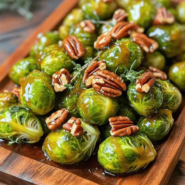 Um die besten ahornsirup-glasierten Rosenkohl zu machen, brauchen Sie einige Hauptzutaten. Diese sind: - 450 g Rosenkohl, vorbereitet und halbiert - 60 ml reiner Ahornsirup - 30 ml Olivenöl - 5 ml Balsamico-Essig - 2 g Knoblauchpulver - Salz und Pfeffer nach Geschmack Jede dieser Zutaten hat ihren eigenen Geschmack. Der Ahornsirup bringt eine süße Note. Olivenöl sorgt für einen schönen Glanz und Geschmack. Balsamico-Essig fügt eine fruchtige Säure hinzu, die die Süße ausgleicht. Zusätzlich zu den Hauptzutaten können Gewürze und Zusätze den Geschmack Ihrer Rosenkohl verbessern. Hier sind einige, die ich oft benutze: - Knoblauchpulver - Salz und Pfeffer Diese Gewürze sind einfach, aber sie machen einen großen Unterschied. Sie helfen, die Aromen zu intensivieren. Für ein wenig Extra-Knackigkeit und Geschmack können Sie ein optionales Topping hinzufügen. Ich empfehle: - 30 g gehackte Pekannüsse (optional) - 1 Esslöffel frische Thymianblätter (zum Garnieren) Die Pekannüsse bringen eine nussige Textur. Thymian fügt ein frisches Aroma hinzu. Es ist eine großartige Art, die Rosenkohl zu verfeinern. Wenn Sie die Zutaten zusammenstellen, denken Sie an die Balance der Aromen. So entsteht ein Gericht, das nicht nur gut aussieht, sondern auch fantastisch schmeckt. Für das vollständige Rezept schauen Sie sich die Rubrik "Full Recipe" an. Beginnen Sie mit 450 g Rosenkohl. Schneiden Sie sie in zwei Hälften. Achten Sie darauf, die äußeren Blätter zu entfernen. Diese können zäh sein. Legen Sie den vorbereiteten Rosenkohl in eine große Schüssel. Mischen Sie in einer Schüssel 60 ml reinen Ahornsirup, 30 ml Olivenöl und 5 ml Balsamico-Essig. Fügen Sie 2 g Knoblauchpulver hinzu. Würzen Sie die Mischung mit Salz und Pfeffer nach Geschmack. Rühren Sie alles gut um, bis die Marinade glatt ist. Heizen Sie Ihren Ofen auf 200°C vor. Geben Sie die halbierten Rosenkohlhälften in die Schüssel mit der Marinade. Wenden Sie sie gut, bis sie gleichmäßig bedeckt sind. Legen Sie sie dann auf ein Backblech mit Backpapier. Rösten Sie die Rosenkohlhälften für 20-25 Minuten. Wenden Sie sie einmal, damit sie gleichmäßig bräunen. Wenn Sie Pekannüsse verwenden, rösten Sie 30 g in einer Pfanne. Streuen Sie sie nach dem Rösten über den Rosenkohl. Garnieren Sie mit frischen Thymianblättern für ein tolles Finish. Sie finden die vollständige Zubereitung im [Full Recipe]. Die perfekte Röstzeit für Rosenkohl liegt bei 20 bis 25 Minuten. Du solltest deinen Ofen auf 200°C vorheizen. So erhältst du eine schöne Karamellisierung. Wende die Rosenkohlhälften einmal während des Röstens. Dadurch werden sie gleichmäßig knusprig. Achte darauf, dass sie nicht zu lange im Ofen bleiben. Sonst werden sie matschig. Wähle frische Rosenkohlköpfe aus, die fest und grün sind. Die Blätter sollten nicht welk oder gelb sein. Kleinere Rosenkohl sind oft zarter und haben einen süßeren Geschmack. Achte auf die Größe, denn gleich große Stücke rösten besser. Wenn du die Möglichkeit hast, kaufe saisonale Rosenkohl. Sie schmecken frischer und besser. Du kannst die Aromen leicht anpassen. Füge zum Beispiel etwas Chili hinzu, wenn du es scharf magst. Für einen würzigeren Geschmack kannst du geriebenen Parmesan oder Feta darüber streuen. Auch das Hinzufügen von anderen Kräutern wie Rosmarin oder Oregano kann spannend sein. Experimentiere mit Nüssen, um einen knackigen Biss zu bekommen. Probiere auch die Kombination mit Honig oder Ahornsirup für mehr Süße. Nehme dir die Zeit, um deine eigene Version zu finden. Die Möglichkeiten sind endlos! {{image_4}} Für eine vegane Variante der Ahornsirup-Glasierten Rosenkohl ist es einfach, die Zutaten zu ändern. Der Hauptbestandteil bleibt der gleiche: Rosenkohl. Der reiner Ahornsirup sorgt für die süße Note, die wir lieben. Verwende Olivenöl, um das Gemüse zu rösten. So bleibt alles pflanzlich. Du kannst auch etwas Kokosblütenzucker hinzufügen, um die Süße zu verstärken. Diese Version ist nicht nur lecker, sondern auch gesund. Um den Geschmack zu verbessern, kannst du verschiedene Aromen hinzufügen. Probiere etwas Zitronensaft für eine frische Note. Außerdem passen geröstete Knoblauchzehen gut dazu. Frische Kräuter wie Rosmarin oder Oregano verleihen einen besonderen Kick. Du kannst auch eine Prise Paprika oder Cayennepfeffer verwenden, wenn du es würziger magst. Diese kleinen Änderungen machen das Gericht aufregender. Rosenkohl ist vielseitig und lässt sich gut mit anderen Gemüsesorten kombinieren. Zum Beispiel kannst du Karotten oder Süßkartoffeln hinzufügen. Das gibt mehr Farbe und Geschmack. Auch Kürbis passt gut zu den Rosenkohl. Achte darauf, die Gemüse gleichmäßig zu schneiden, damit sie gleichmäßig garen. Diese Kombinationen machen das Gericht noch nahrhafter und schmackhafter. Wenn du neugierig bist, schau dir das [Full Recipe] für mehr Details an. Rosenkohl mit Ahornsirup bleibt bis zu drei Tage im Kühlschrank frisch. Lassen Sie die Reste abkühlen, bevor Sie sie in einem luftdichten Behälter aufbewahren. So bleibt der Geschmack erhalten. Achten Sie darauf, die Reste nicht zu lange stehen zu lassen, um die beste Qualität zu genießen. Wenn Sie mehr Rosenkohl gemacht haben, können Sie die Reste einfrieren. Geben Sie die abgekühlten Rosenkohl in einen gefrierfesten Beutel. Drücken Sie die Luft heraus, bevor Sie den Beutel verschließen. So bleibt der Geschmack länger erhalten. Gefrorene Rosenkohl halten bis zu drei Monate. Um die Reste wieder aufzuwärmen, können Sie den Ofen oder die Mikrowelle nutzen. Im Ofen, heizen Sie ihn auf 180°C vor und rösten Sie die Rosenkohl für etwa 10 Minuten. In der Mikrowelle, erhitzen Sie sie in kurzen Intervallen von 30 Sekunden. So bleiben sie weich und lecker. Achten Sie darauf, die Rosenkohl nicht zu lange zu erhitzen, um Überkochen zu vermeiden. Die Ahornsirup-glasierten Rosenkohl sind im Kühlschrank etwa 3 bis 5 Tage haltbar. Bewahre sie in einem gut verschlossenen Behälter auf. Wenn du sie länger aufbewahren möchtest, kann das Einfrieren eine gute Option sein. So bleibt der Geschmack erhalten und du kannst sie später genießen. Ja, du kannst auch andere Sirupe verwenden. Honig oder Agavendicksaft sind gute Alternativen. Diese Sirupe bringen andere Geschmäcker mit, die auch gut zu Rosenkohl passen. Experimentiere ruhig mit verschiedenen Optionen, um deinen Lieblingsgeschmack zu finden. Um eine größere Menge zu machen, verdopple einfach alle Zutaten. Achte darauf, genügend Platz auf dem Blech zu lassen. Überfüllte Bleche können die Röstung beeinträchtigen. Wenn du mehr machst, musst du eventuell die Röstzeit anpassen. Kontrolliere die Rosenkohl regelmäßig, bis sie perfekt karamellisiert sind. Für das vollständige Rezept schaue dir die [Full Recipe] an. Ahornsirup-Glasierte Rosenkohl sind einfach und köstlich. Wir haben die Hauptzutaten, Gewürze und Zubereitung besprochen. Du hast auch Tipps für die Röstung und Lagerung erhalten. Variationen bieten dir viele Möglichkeiten, deinen Rosenkohl nach deinem Geschmack anzupassen. Mach das Rezept zu deinem eigenen. Experimentiere mit neuen Aromen oder anderen Gemüsesorten. Rosenkohl ist flexibel und gesund. Mit diesen Informationen kannst du dein Gericht verbessern und Freunde beeindrucken. Genieß das Kochen und Teile deine Gedanken!