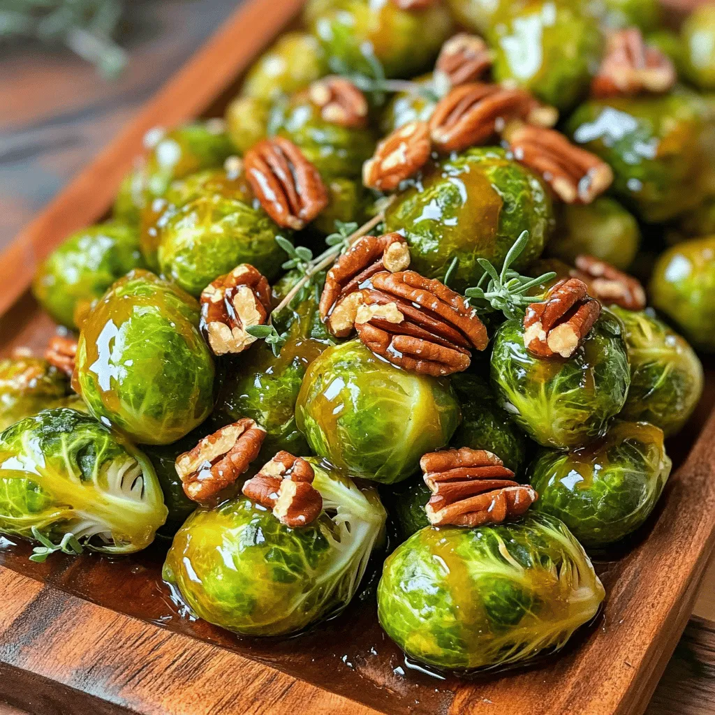 Um die besten ahornsirup-glasierten Rosenkohl zu machen, brauchen Sie einige Hauptzutaten. Diese sind: - 450 g Rosenkohl, vorbereitet und halbiert - 60 ml reiner Ahornsirup - 30 ml Olivenöl - 5 ml Balsamico-Essig - 2 g Knoblauchpulver - Salz und Pfeffer nach Geschmack Jede dieser Zutaten hat ihren eigenen Geschmack. Der Ahornsirup bringt eine süße Note. Olivenöl sorgt für einen schönen Glanz und Geschmack. Balsamico-Essig fügt eine fruchtige Säure hinzu, die die Süße ausgleicht. Zusätzlich zu den Hauptzutaten können Gewürze und Zusätze den Geschmack Ihrer Rosenkohl verbessern. Hier sind einige, die ich oft benutze: - Knoblauchpulver - Salz und Pfeffer Diese Gewürze sind einfach, aber sie machen einen großen Unterschied. Sie helfen, die Aromen zu intensivieren. Für ein wenig Extra-Knackigkeit und Geschmack können Sie ein optionales Topping hinzufügen. Ich empfehle: - 30 g gehackte Pekannüsse (optional) - 1 Esslöffel frische Thymianblätter (zum Garnieren) Die Pekannüsse bringen eine nussige Textur. Thymian fügt ein frisches Aroma hinzu. Es ist eine großartige Art, die Rosenkohl zu verfeinern. Wenn Sie die Zutaten zusammenstellen, denken Sie an die Balance der Aromen. So entsteht ein Gericht, das nicht nur gut aussieht, sondern auch fantastisch schmeckt. Für das vollständige Rezept schauen Sie sich die Rubrik "Full Recipe" an. Beginnen Sie mit 450 g Rosenkohl. Schneiden Sie sie in zwei Hälften. Achten Sie darauf, die äußeren Blätter zu entfernen. Diese können zäh sein. Legen Sie den vorbereiteten Rosenkohl in eine große Schüssel. Mischen Sie in einer Schüssel 60 ml reinen Ahornsirup, 30 ml Olivenöl und 5 ml Balsamico-Essig. Fügen Sie 2 g Knoblauchpulver hinzu. Würzen Sie die Mischung mit Salz und Pfeffer nach Geschmack. Rühren Sie alles gut um, bis die Marinade glatt ist. Heizen Sie Ihren Ofen auf 200°C vor. Geben Sie die halbierten Rosenkohlhälften in die Schüssel mit der Marinade. Wenden Sie sie gut, bis sie gleichmäßig bedeckt sind. Legen Sie sie dann auf ein Backblech mit Backpapier. Rösten Sie die Rosenkohlhälften für 20-25 Minuten. Wenden Sie sie einmal, damit sie gleichmäßig bräunen. Wenn Sie Pekannüsse verwenden, rösten Sie 30 g in einer Pfanne. Streuen Sie sie nach dem Rösten über den Rosenkohl. Garnieren Sie mit frischen Thymianblättern für ein tolles Finish. Sie finden die vollständige Zubereitung im [Full Recipe]. Die perfekte Röstzeit für Rosenkohl liegt bei 20 bis 25 Minuten. Du solltest deinen Ofen auf 200°C vorheizen. So erhältst du eine schöne Karamellisierung. Wende die Rosenkohlhälften einmal während des Röstens. Dadurch werden sie gleichmäßig knusprig. Achte darauf, dass sie nicht zu lange im Ofen bleiben. Sonst werden sie matschig. Wähle frische Rosenkohlköpfe aus, die fest und grün sind. Die Blätter sollten nicht welk oder gelb sein. Kleinere Rosenkohl sind oft zarter und haben einen süßeren Geschmack. Achte auf die Größe, denn gleich große Stücke rösten besser. Wenn du die Möglichkeit hast, kaufe saisonale Rosenkohl. Sie schmecken frischer und besser. Du kannst die Aromen leicht anpassen. Füge zum Beispiel etwas Chili hinzu, wenn du es scharf magst. Für einen würzigeren Geschmack kannst du geriebenen Parmesan oder Feta darüber streuen. Auch das Hinzufügen von anderen Kräutern wie Rosmarin oder Oregano kann spannend sein. Experimentiere mit Nüssen, um einen knackigen Biss zu bekommen. Probiere auch die Kombination mit Honig oder Ahornsirup für mehr Süße. Nehme dir die Zeit, um deine eigene Version zu finden. Die Möglichkeiten sind endlos! {{image_4}} Für eine vegane Variante der Ahornsirup-Glasierten Rosenkohl ist es einfach, die Zutaten zu ändern. Der Hauptbestandteil bleibt der gleiche: Rosenkohl. Der reiner Ahornsirup sorgt für die süße Note, die wir lieben. Verwende Olivenöl, um das Gemüse zu rösten. So bleibt alles pflanzlich. Du kannst auch etwas Kokosblütenzucker hinzufügen, um die Süße zu verstärken. Diese Version ist nicht nur lecker, sondern auch gesund. Um den Geschmack zu verbessern, kannst du verschiedene Aromen hinzufügen. Probiere etwas Zitronensaft für eine frische Note. Außerdem passen geröstete Knoblauchzehen gut dazu. Frische Kräuter wie Rosmarin oder Oregano verleihen einen besonderen Kick. Du kannst auch eine Prise Paprika oder Cayennepfeffer verwenden, wenn du es würziger magst. Diese kleinen Änderungen machen das Gericht aufregender. Rosenkohl ist vielseitig und lässt sich gut mit anderen Gemüsesorten kombinieren. Zum Beispiel kannst du Karotten oder Süßkartoffeln hinzufügen. Das gibt mehr Farbe und Geschmack. Auch Kürbis passt gut zu den Rosenkohl. Achte darauf, die Gemüse gleichmäßig zu schneiden, damit sie gleichmäßig garen. Diese Kombinationen machen das Gericht noch nahrhafter und schmackhafter. Wenn du neugierig bist, schau dir das [Full Recipe] für mehr Details an. Rosenkohl mit Ahornsirup bleibt bis zu drei Tage im Kühlschrank frisch. Lassen Sie die Reste abkühlen, bevor Sie sie in einem luftdichten Behälter aufbewahren. So bleibt der Geschmack erhalten. Achten Sie darauf, die Reste nicht zu lange stehen zu lassen, um die beste Qualität zu genießen. Wenn Sie mehr Rosenkohl gemacht haben, können Sie die Reste einfrieren. Geben Sie die abgekühlten Rosenkohl in einen gefrierfesten Beutel. Drücken Sie die Luft heraus, bevor Sie den Beutel verschließen. So bleibt der Geschmack länger erhalten. Gefrorene Rosenkohl halten bis zu drei Monate. Um die Reste wieder aufzuwärmen, können Sie den Ofen oder die Mikrowelle nutzen. Im Ofen, heizen Sie ihn auf 180°C vor und rösten Sie die Rosenkohl für etwa 10 Minuten. In der Mikrowelle, erhitzen Sie sie in kurzen Intervallen von 30 Sekunden. So bleiben sie weich und lecker. Achten Sie darauf, die Rosenkohl nicht zu lange zu erhitzen, um Überkochen zu vermeiden. Die Ahornsirup-glasierten Rosenkohl sind im Kühlschrank etwa 3 bis 5 Tage haltbar. Bewahre sie in einem gut verschlossenen Behälter auf. Wenn du sie länger aufbewahren möchtest, kann das Einfrieren eine gute Option sein. So bleibt der Geschmack erhalten und du kannst sie später genießen. Ja, du kannst auch andere Sirupe verwenden. Honig oder Agavendicksaft sind gute Alternativen. Diese Sirupe bringen andere Geschmäcker mit, die auch gut zu Rosenkohl passen. Experimentiere ruhig mit verschiedenen Optionen, um deinen Lieblingsgeschmack zu finden. Um eine größere Menge zu machen, verdopple einfach alle Zutaten. Achte darauf, genügend Platz auf dem Blech zu lassen. Überfüllte Bleche können die Röstung beeinträchtigen. Wenn du mehr machst, musst du eventuell die Röstzeit anpassen. Kontrolliere die Rosenkohl regelmäßig, bis sie perfekt karamellisiert sind. Für das vollständige Rezept schaue dir die [Full Recipe] an. Ahornsirup-Glasierte Rosenkohl sind einfach und köstlich. Wir haben die Hauptzutaten, Gewürze und Zubereitung besprochen. Du hast auch Tipps für die Röstung und Lagerung erhalten. Variationen bieten dir viele Möglichkeiten, deinen Rosenkohl nach deinem Geschmack anzupassen. Mach das Rezept zu deinem eigenen. Experimentiere mit neuen Aromen oder anderen Gemüsesorten. Rosenkohl ist flexibel und gesund. Mit diesen Informationen kannst du dein Gericht verbessern und Freunde beeindrucken. Genieß das Kochen und Teile deine Gedanken!