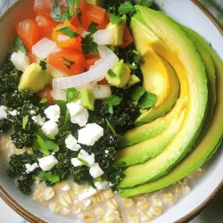 Für eine schmackhafte herzhafte Oatmeal Bowl brauchst du folgende Zutaten: - 1 Tasse zarte Haferflocken - 2 Tassen Gemüsebrühe (oder Wasser) - 1 Teelöffel Olivenöl - 1 Tasse Grünkohl, grob gehackt - 1 kleine Zwiebel, gewürfelt - 1 Knoblauchzehe, fein gehackt - 1 mittelgroße Tomate, gewürfelt - 1/2 Avocado, in Scheiben geschnitten - 1/4 Tasse Feta-Käse, zerbröselt - Salz und Pfeffer nach Geschmack - 1 Teelöffel rote Pfefferflocken (optional) - Frische Kräuter (Petersilie oder Koriander) zum Garnieren Diese Zutaten machen deine Bowl nahrhaft und lecker. Die Haferflocken liefern Energie. Gemüse bringt Vitamine und Mineralstoffe in dein Gericht. Du kannst diese Bowl leicht anpassen. Statt Grünkohl kannst du Spinat oder Mangold nehmen. Diese Blattgemüse sind auch gesund und lecker. Wenn du keine Zwiebel magst, probiere Lauch oder Frühlingszwiebeln. Sie geben ebenfalls Geschmack. Für mehr Proteine füge gekochte Eier oder Kichererbsen hinzu. Das macht die Bowl noch sättigender. Verwende auch andere Käsesorten, wie Ziegenkäse oder Parmesan. Das verleiht deiner Bowl einen neuen Twist. Die Hauptbestandteile sind voller Nährstoffe. Haferflocken sind reich an Ballaststoffen. Sie helfen, den Blutzuckerspiegel stabil zu halten. Grünkohl ist eine gute Quelle für Vitamine A, C und K. Er unterstützt das Immunsystem und die Gesundheit der Augen. Avocado bringt gesunde Fette mit. Diese Fette sind wichtig für das Herz und die Haut. Feta-Käse gibt der Bowl einen salzigen Geschmack und enthält Kalzium. Mit frischen Kräutern garnierst du nicht nur, sondern fügst auch Antioxidantien hinzu. Diese helfen, den Körper zu schützen. Für das vollständige Rezept schaue dir die Anleitung an: [Full Recipe]. Die Vorbereitungszeit für die herzhafte Haferbowl beträgt nur 10 Minuten. Du brauchst ein paar einfache Küchengeräte: - Ein mittlerer Topf - Eine Pfanne - Ein Schneidebrett - Ein Messer - Einen Löffel zum Rühren - Schalen zum Servieren Hier sind die Schritte, um die perfekte herzhafte Haferbowl zu machen: 1. Bring die Gemüsebrühe in einem mittleren Topf zum Kochen. 2. Gib die Haferflocken in die kochende Brühe. Reduziere die Hitze und koche sie 5 Minuten lang, bis sie cremig sind. 3. Während die Haferflocken garen, erhitze das Olivenöl in einer Pfanne bei mittlerer Hitze. 4. Füge die gewürfelte Zwiebel und den Knoblauch hinzu. Schwitze sie 2-3 Minuten an, bis sie weich sind. 5. Gib den Grünkohl in die Pfanne und koche ihn 2 Minuten lang, bis er zusammenfällt. 6. Nun kommt die gewürfelte Tomate dazu. Würze mit Salz und Pfeffer und optional mit roten Pfefferflocken. Koche alles weitere 2 Minuten. 7. Teile die fertigen Haferflocken auf zwei Schalen auf. 8. Toppe jede Schale mit der Grünkohlmischung, Avocadoscheiben und zerbröseltem Feta-Käse. 9. Garniere mit frischen Kräutern für einen bunten Look und zusätzlichen Geschmack. Um die perfekte Konsistenz zu erreichen: - Verwende zarte Haferflocken für eine cremige Textur. - Koche die Haferflocken nicht zu lange, um sie nicht matschig zu machen. - Rühre während des Kochens regelmäßig um. So werden sie gleichmäßig gar. - Wenn du eine dickere Konsistenz magst, lass sie etwas länger köcheln. - Für eine dünnere Konsistenz füge mehr Brühe oder Wasser hinzu. Für das vollständige Rezept kannst du die [Full Recipe] ansehen. Ein häufiger Fehler ist, die Haferflocken zu lange zu kochen. Das macht sie matschig. Kochen Sie sie nur etwa fünf Minuten. Achten Sie auch auf die Flüssigkeit. Zu viel oder zu wenig macht den Brei nicht gut. Nutzen Sie die richtige Menge Gemüsebrühe. Zu viel Salz kann den Geschmack überdecken. Fügen Sie es nach und nach hinzu. Die Gewürze sind der Schlüssel zu einem tollen Geschmack. Probieren Sie verschiedene Kräuter aus. Frische Petersilie oder Koriander passen gut. Rote Pfefferflocken geben eine scharfe Note. Wenn Sie es süßer mögen, fügen Sie einen Schuss Honig oder Ahornsirup hinzu. Experimentieren Sie mit Gewürzen, um Ihre perfekte Mischung zu finden. Zusätzliche Zutaten machen das Gericht spannender. Fügen Sie gebratene Pilze oder Süßkartoffeln hinzu. Ein pochiertes Ei bringt einen schönen Geschmack. Auch Nüsse oder Samen sind eine gute Wahl. Sie fügen Knusprigkeit hinzu. Servieren Sie die Bowl mit einem Spritzer Olivenöl. Das gibt zusätzlichen Glanz und Aroma. Für das vollständige Rezept, sehen Sie sich die Anleitung für den herzhaften Haferbrei-Bowl an. {{image_4}} Eine herzhafte Haferbowl lebt von buntem Gemüse. Du kannst viele Sorten verwenden. Probiere Spinat, Brokkoli oder Paprika. Diese Gemüse bringen Farbe und Nährstoffe. Du kannst sie roh oder gekocht hinzufügen. Wenn du mehr Geschmack willst, röste das Gemüse vor der Zugabe. So erhältst du einen tollen, rauchigen Geschmack. Für mehr Protein kannst du Eier oder Bohnen verwenden. Rühre ein Ei in die Haferflocken, während sie garen. Das macht sie cremiger. Kichererbsen oder schwarze Bohnen sind auch super. Du kannst sie einfach in die Pfanne geben, wenn das Gemüse gar ist. So bekommst du eine nahrhafte Mahlzeit. Nutze lokale und saisonale Zutaten für frischen Geschmack. Im Frühling sind Spargel und Radieschen toll. Im Herbst schmecken Kürbis und Rosenkohl fantastisch. Diese Zutaten sind oft günstiger und gesünder. Du unterstützt dabei auch die lokalen Bauern. Achte darauf, was gerade Saison hat. So bleibst du kreativ in der Küche und genießt beste Qualität. Für das vollständige Rezept schau dir den Full Recipe an und entdecke noch mehr Ideen. Die Reste der herzhaften Haferbowl sollten in einem luftdichten Behälter aufbewahrt werden. So bleiben Geschmack und Frische erhalten. Lagern Sie die Schalen im Kühlschrank. Sie sollten innerhalb von drei bis vier Tagen verzehrt werden. Achten Sie darauf, dass die Zutaten gut abgedeckt sind, um ein Austrocknen zu vermeiden. Um die Reste wieder aufzuwärmen, nutzen Sie die Mikrowelle. Geben Sie die Portion in eine mikrowellengeeignete Schale. Decken Sie sie locker mit einem feuchten Küchentuch ab. Dies hilft, die Feuchtigkeit zu halten. Erwärmen Sie die Haferbowl in kurzen Intervallen von 30 Sekunden. Rühren Sie zwischendurch um, um eine gleichmäßige Erwärmung zu gewährleisten. Die vorbereiteten Zutaten haben unterschiedliche Haltbarkeiten. Frisches Gemüse bleibt etwa drei bis fünf Tage frisch im Kühlschrank. Feta-Käse hält sich auch etwa eine Woche. Haferflocken sind sehr lange haltbar, wenn sie trocken und kühl gelagert werden. Beachten Sie das Verfallsdatum auf der Verpackung. Für eine frische und schmackhafte Bowl empfehle ich, die Zutaten so frisch wie möglich zu verwenden. Um eine herzhafte Haferbowl zu machen, brauchst du einfache Schritte. Erhitze Gemüsebrühe in einem Topf. Füge die Haferflocken hinzu, wenn die Brühe kocht. Koche die Haferflocken für etwa 5 Minuten. Rühre sie dabei um, bis sie cremig sind. In einer Pfanne brate Zwiebeln und Knoblauch in Olivenöl an. Gib dann Grünkohl und Tomaten dazu. Würze die Mischung nach Geschmack. Teile die Haferflocken in Schalen auf und füge die Gemüse-Mischung hinzu. Garniere mit Avocado und Feta. So hast du eine leckere Bowl! Du kannst Wasser verwenden, wenn du keine Gemüsebrühe hast. Das geht schnell und einfach. Du kannst auch Hühnerbrühe für mehr Geschmack nutzen. Wenn du etwas Würze möchtest, füge etwas Sojasauce hinzu. Jede Flüssigkeit, die du magst, funktioniert. Es ist wichtig, die Flüssigkeit zum Kochen zu bringen, bevor du die Haferflocken hinzufügst. Ja, du kannst die Haferflocken über Nacht einweichen. Das macht sie weicher und schneller gar. Gib die Haferflocken einfach in eine Schüssel mit Wasser oder Brühe. Lass sie über Nacht im Kühlschrank stehen. Am nächsten Tag koche sie kurz auf. So sparst du Zeit am Morgen und hast eine cremigere Konsistenz. Die herzhafte Haferbowl ist lecker, nahrhaft und vielseitig. Wir haben die Hauptzutaten besprochen und Alternativen sowie Ergänzungen vorgestellt. Die Schritt-für-Schritt-Anleitung zeigt, wie man eine perfekte Bowl zaubert. Wir haben Tipps gegeben, um häufige Fehler zu vermeiden, und Variationen für mehr Geschmack vorgestellt. Auch die Lagerung der Reste und Antworten auf häufige Fragen wurden behandelt. Nutze die Tipps und kreiere deine eigene perfekte Haferbowl! Experimentiere mit deinen Lieblingszutaten und entdecke neue Geschmäcker.