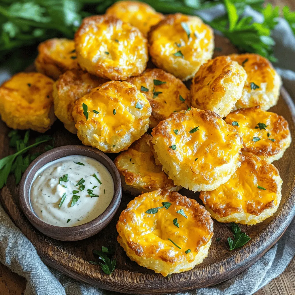 - 2 große Russet-Kartoffeln - 1 Tasse geriebener Cheddar-Käse - ½ Tasse Frischkäse Die Hauptzutaten sind einfach zu finden. Russet-Kartoffeln geben den Puffs eine tolle Textur. Der Cheddar-Käse sorgt für einen herzhaften Geschmack. Der Frischkäse macht die Mischung schön cremig. Diese Kombination ist ein echter Genuss. - 2 Knoblauchzehen, fein gehackt - Zwiebelpulver, Paprika, Salz und Pfeffer Die Gewürze bringen das Gericht zum Leben. Knoblauch verleiht einen starken Duft. Zwiebelpulver und Paprika fügen Wärme hinzu. Salz und Pfeffer sind wichtig für den Geschmack. Zusammen machen sie die Kartoffelpuffer noch besser. - 1 Tasse Paniermehl - 2 Eier, Pflanzenöl zum Frittieren Paniermehl sorgt für die knusprige Hülle. Die Eier helfen, die Mischung zusammenzuhalten. Pflanzenöl ist entscheidend für das Frittieren. Es macht die Puffer goldbraun und lecker. Für das vollständige Rezept schau dir die Full Recipe an. Zuerst schälen Sie die Kartoffeln. Danach schneiden Sie sie in kleine Würfel. Kochen Sie die gewürfelten Kartoffeln in gesalzenem Wasser. Lassen Sie sie etwa 15 bis 20 Minuten kochen, bis sie weich sind. Nach dem Kochen lassen Sie die Kartoffeln gut abtropfen. Geben Sie die gekochten Kartoffeln in eine große Schüssel. Nun verwandeln Sie die Kartoffeln in ein glattes Püree. Das geht am besten mit einem Kartoffelstampfer oder einer Gabel. Fügen Sie die anderen Zutaten hinzu: geriebenen Cheddar, Frischkäse, saure Sahne, gehackten Knoblauch, Zwiebelpulver, Paprika, Salz und Pfeffer. Rühren Sie alles gut um, bis die Mischung gleichmäßig aussieht. Lassen Sie die Kartoffelmischung für einige Minuten abkühlen. Formen Sie dann kleine Puffer mit Ihrer Hand. Die Puffer sollten etwa 2,5 bis 4 cm groß sein. Richten Sie Ihre Panierstation ein: Stellen Sie eine Schüssel mit verquirlten Eiern und eine zweite mit Paniermehl bereit. Tauchen Sie jeden Puffer zuerst in das Ei und dann in das Paniermehl. Achten Sie darauf, dass die Puffer gut bedeckt sind. Erhitzen Sie in einer großen Pfanne das Pflanzenöl auf mittlerer Hitze. Um zu testen, ob das Öl heiß genug ist, geben Sie ein kleines Stück Brot ins Öl. Es sollte sizzeln. Frittieren Sie die Kartoffelpuffer portionsweise für 3 bis 4 Minuten. Sie sind fertig, wenn sie goldbraun sind. Heben Sie die Puffer nach dem Frittieren mit einer Schaumkelle aus dem Öl. Lassen Sie sie auf einem Küchentuch abtropfen, um überschüssiges Öl zu entfernen. Um die perfekte Textur zu erreichen, achte darauf, nicht zu viel Flüssigkeit zu verwenden. Zu viel Wasser macht die Kartoffelpuffer matschig. Wenn du die Kartoffeln kochst, lasse sie gut abtropfen. Das richtige Verhältnis zwischen Käse und Kartoffeln ist wichtig. Zu viel Käse kann die Mischung schwer machen. Eine Tasse geriebener Cheddar für zwei große Kartoffeln ist ideal. So bleiben die Puffer leicht und fluffig. Für extra Knusprigkeit solltest du die Puffer doppelt panieren. Tauche sie zuerst in das verquirlte Ei und dann in das Paniermehl. Danach tauche sie erneut in das Ei und wieder in das Paniermehl. Verwende Panko-Bröseln für noch mehr Crunch. Sie sind gröber und machen deine Kartoffelpuffer besonders knusprig. Dies gibt jedem Bissen eine tolle Textur. Serviere die cremigen Kartoffelpuffer mit verschiedenen Beilagen. Ein einfacher Ranch-Dip passt gut dazu. Auch scharfe Sauce ist eine gute Wahl. Für besondere Anlässe kannst du die Puffer schön anrichten. Lege sie auf eine große Platte und garniere sie mit frisch gehackten Kräutern. So sieht das Gericht nicht nur gut aus, sondern schmeckt auch hervorragend. Für das vollständige Rezept, schau dir die [Full Recipe] an. {{image_4}} Für eine vegetarische Variante von cremigen Kartoffelpuffern können Sie verschiedene Käsesorten verwenden. Versuchen Sie zum Beispiel Gouda oder Mozzarella. Diese Käsesorten schmelzen gut und geben dem Gericht einen anderen Geschmack. Sie können auch verschiedene Gemüsesorten hinzufügen. Zucchini oder Spinat passen gut. Sie bringen Farbe und frischen Geschmack in die Puffer. Um den Kartoffelpuffern mehr Würze zu verleihen, fügen Sie Chili oder frische Kräuter hinzu. Chili gibt einen schönen Kick. Verwenden Sie Petersilie oder Schnittlauch für einen frischen Akzent. Eine weitere spannende Möglichkeit ist die Verwendung von asiatischen Aromen durch Sojasauce. Sojasauce bringt einen salzigen Umami-Geschmack. Diese Kombination bringt neue Ideen in Ihre Küche. Wenn Sie gesündere Optionen suchen, backen Sie die Puffer statt sie zu frittieren. So sparen Sie Öl und Kalorien. Legen Sie die Puffer einfach auf ein Backblech und besprühen Sie sie leicht mit Öl. Eine weitere gesunde Option ist die Verwendung von Süßkartoffeln. Süßkartoffeln sind nahrhaft und haben einen wunderbaren Geschmack. Sie geben den Puffern eine süßliche Note und machen sie besonders lecker. Für das volle Rezept schauen Sie sich bitte [Full Recipe] an. Um die cremigen Kartoffelpuffer frisch zu halten, lege sie in einen luftdichten Behälter. Stelle den Behälter in den Kühlschrank. So bleiben die Puffer bis zu drei Tage frisch. Achte darauf, dass die Puffer vollständig abgekühlt sind, bevor du sie lagerst. So vermeidest du Feuchtigkeit, die die Textur beeinträchtigen kann. Möchtest du die Kartoffelpuffer länger aufbewahren? Das Einfrieren ist eine gute Option. Hier ist eine Schritt-für-Schritt-Anleitung: 1. Lass die Puffer nach dem Frittieren vollständig abkühlen. 2. Lege sie auf ein Backblech, sodass sie sich nicht berühren. 3. Stelle das Blech für 1-2 Stunden in den Gefrierschrank. 4. Nach dem Anfrieren kannst du die Puffer in einen Gefrierbeutel umfüllen. Wenn du die Puffer später aufwärmen möchtest, nimm sie einfach aus dem Gefrierbeutel. Lege sie auf ein Backblech und backe sie bei 180 Grad Celsius für etwa 15-20 Minuten. So werden sie knusprig und lecker. Hast du Reste von deinen Kartoffelpuffern? Nutze sie kreativ! Hier sind einige Ideen: - Kartoffelpuffer-Sandwich: Schneide die Puffer auf und fülle sie mit frischem Gemüse und Saucen. - Salatbeilage: Zerbrich die Puffer und füge sie zu einem Salat hinzu für mehr Textur. - Kartoffelpuffer-Auflauf: Schichte die Puffer mit Käse und Gemüse in eine Auflaufform und backe sie. Mit diesen Tipps kannst du die leckeren Puffer optimal nutzen und vermeiden, dass etwas weggeworfen wird. Für das komplette Rezept, schau dir [Full Recipe] an. Die Haltbarkeit der Kartoffelpuffer hängt von der Lagerung ab. Im Kühlschrank können sie bis zu drei Tage frisch bleiben. Lagern Sie sie in einem luftdichten Behälter, damit sie nicht austrocknen. Im Gefrierfach halten die Puffer bis zu drei Monate. Frieren Sie sie einzeln ein, damit sie nicht zusammenkleben. Ja, Sie können die Kartoffeln im Voraus zubereiten. Kochen Sie die gewürfelten Kartoffeln und lassen Sie sie abkühlen. Dann pürieren Sie sie und lagern das Püree im Kühlschrank. Es bleibt frisch für bis zu zwei Tage. So sparen Sie Zeit bei der Zubereitung der Kartoffelpuffer. Alternativ können Sie die rohen Kartoffeln schälen und würfeln, aber kochen Sie sie kurz vor der Zubereitung. Es gibt viele leckere Dips, die gut zu cremigen Kartoffelpuffern passen. Beliebte Optionen sind: - Ranch-Dip: Ein klassischer, cremiger Dip. - Scharfe Sauce: Für einen würzigen Kick. - Knoblauch-Dip: Perfekt für Knoblauchliebhaber. - Sauerrahm mit Kräutern: Frisch und aromatisch. Diese Dips machen die Kartoffelpuffer noch schmackhafter. Probieren Sie verschiedene Kombinationen, um Ihren Favoriten zu finden. Für Rezepte und mehr, schauen Sie sich die [Full Recipe] an. Die Anleitung zu Kartoffelpuffern war einfach und klar. Wir haben die wichtigsten Zutaten, Schritte, und Tipps besprochen. Du hast gelernt, wie du perfekte Kartoffelpuffer machst und sie richtig lagerst. Du kannst auch mit verschiedenen Varianten und gesunden Alternativen kreativ werden. Nutze die Informationen, um im Küchenalltag Spaß zu haben und neue Gerichte zu kreieren. Kartoffelpuffer sind vielseitig und lecker. Probiere sie aus und genieße jedes Bissen!