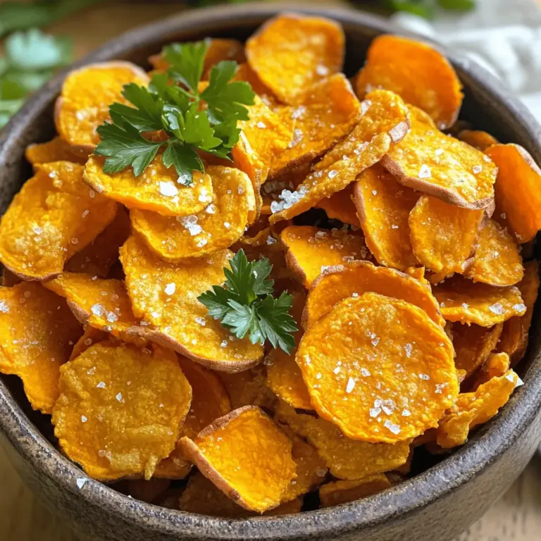 Um die besten Air Fryer Süßkartoffel-Chips zu machen, brauchen Sie: - 2 mittelgroße Süßkartoffeln - 2 Esslöffel Olivenöl - 1 Teelöffel Meersalz - 1 Teelöffel geräuchertes Paprikapulver (optional) - 1/2 Teelöffel Knoblauchpulver - 1/4 Teelöffel Cayennepfeffer (optional, für etwas Schärfe) Diese Zutaten sind einfach zu finden. Die Süßkartoffeln sind das Herzstück. Sie bringen eine natürliche Süße und einen tollen Geschmack. Die Gewürze machen den Unterschied. Ich empfehle, Olivenöl zu verwenden. Es gibt den Chips eine schöne Textur. Meersalz hebt den Geschmack hervor. Geräuchertes Paprikapulver bringt eine rauchige Note. Wenn Sie es schärfer mögen, fügen Sie Cayennepfeffer hinzu. Knoblauchpulver passt immer gut zu Süßkartoffeln und macht sie noch leckerer. Wenn Sie Süßkartoffeln kaufen, wählen Sie solche, die fest und glatt sind. Vermeiden Sie weiche oder beschädigte Kartoffeln. Die Farbe kann von orange bis lila variieren. Die orangefarbenen sind süßer. Achten Sie darauf, dass sie gleichmäßig groß sind. So garen sie gleichmäßig. Lagern Sie sie an einem kühlen, dunklen Ort. So bleiben sie frisch und lecker. Für das vollständige Rezept schauen Sie sich die [Full Recipe] an. Um leckere Chips zu machen, wähle zwei mittelgroße Süßkartoffeln aus. Wasche sie gründlich, um Schmutz zu entfernen. Dann schäle die Süßkartoffeln mit einem scharfen Messer oder einem Mandolinen-Schneider. Schneide sie in dünne Scheiben von etwa 1/8 Zoll Dicke. Dünne Scheiben sind wichtig, damit die Chips knusprig werden. Lege die geschnittenen Scheiben in eine große Schüssel. Füge zwei Esslöffel Olivenöl zu den Süßkartoffelscheiben in der Schüssel hinzu. Mische alles gut durch, damit jede Scheibe mit Öl bedeckt ist. Dann streue die Gewürze dazu: ein Teelöffel Meersalz, ein Teelöffel geräuchertes Paprikapulver (optional), ein halber Teelöffel Knoblauchpulver und ein Viertel Teelöffel Cayennepfeffer (optional für Schärfe). Mische die Scheiben erneut, sodass sie gleichmäßig gewürzt sind. So schmecken die Chips später besser. Heize deinen Air Fryer auf 190°C vor. Das dauert etwa fünf Minuten. Sobald er heiß ist, lege die gewürzten Süßkartoffelscheiben in einer einzigen Schicht in den Korb. Achte darauf, dass sie nicht übereinander liegen. Wenn der Korb klein ist, mache mehrere Durchgänge. Koche die Chips für 12 bis 15 Minuten. Schüttle den Korb zur Hälfte der Garzeit. So bräunen die Chips gleichmäßig. Achte darauf, dass die Chips goldbraun und knusprig sind. Wenn sie fertig sind, nimm sie heraus und lege sie auf ein Papiertuch, um sie abkühlen zu lassen. Um knusprige Süßkartoffel-Chips zu bekommen, gibt es einige einfache Tipps. Zuerst schneiden Sie die Süßkartoffeln gleichmäßig. Dünne Scheiben werden knuspriger. Nutzen Sie einen Mandolinen-Schneider für beste Ergebnisse. Zweitens, lassen Sie die geschnittenen Scheiben in Wasser für etwa 30 Minuten einweichen. Das entfernt Stärke und hilft dabei, die Chips knusprig zu machen. Schließlich ist die richtige Ölmenge wichtig. Zu viel Öl macht die Chips weich, zu wenig macht sie trocken. Zwei Esslöffel für zwei Süßkartoffeln sind ideal. Es gibt einige Fehler, die viele beim Frittieren machen. Einer ist, die Chips zu dicht zu legen. Lassen Sie Platz, damit die Luft zirkulieren kann. Ein weiterer Fehler ist das Ignorieren der Garzeit. Überprüfen Sie die Chips regelmäßig. Sie können schnell von perfekt zu verbrannt wechseln. Achten Sie auch auf die Temperatur. Zu heiß kann die Chips außen verbrennen, während sie innen weich bleiben. Nutzen Sie immer den richtigen Temperaturbereich von 190°C (375°F). Jeder Air Fryer ist anders. Die Kochzeit kann variieren. Starten Sie mit 12 Minuten und prüfen Sie die Chips. Wenn sie nicht knusprig sind, fügen Sie weitere 3 Minuten hinzu. Achten Sie darauf, den Korb zur Hälfte der Garzeit zu schütteln. Das sorgt für gleichmäßige Bräunung. Manche Modelle haben auch verschiedene Einstellungen. Testen Sie die "Chips"-Einstellung, falls vorhanden. So finden Sie die beste Zeit und Temperatur für Ihr Gerät. {{image_4}} Wenn du weniger Öl verwenden möchtest, ist das einfach. Du kannst die Süßkartoffeln ohne Öl zubereiten. Sie bleiben trotzdem lecker, aber vielleicht nicht ganz so knusprig. Ein Sprühgerät kann helfen, um das Öl gleichmäßig zu verteilen. So sparst du Kalorien, ohne auf den Geschmack zu verzichten. Es gibt viele Möglichkeiten, die Chips zu würzen. Du kannst verschiedene Gewürze nutzen, um neue Aromen zu entdecken. Probiere zum Beispiel italienische Kräuter oder Curry. Für einen süßen Twist füge Zimt und Zucker hinzu. Das gibt den Chips einen besonderen Kick. Experimentiere und finde deine Lieblingskombination! Süßkartoffeln sind nicht die einzige Wahl. Du kannst auch andere Gemüsesorten wie Karotten oder Zucchini verwenden. Schneide sie dünn, wie die Süßkartoffeln. Diese Gemüsesorten geben dir eine schöne Farbenvielfalt auf dem Teller. Mische verschiedene Chips in einer Schüssel für einen tollen Snack. So machst du das Snacken bunt und gesund. Für das vollständige Rezept besuche die Seite für die crispy Air Fryer Süßkartoffel-Chips. Um deine Süßkartoffel-Chips frisch zu halten, lagere sie in einem luftdichten Behälter. Ein Glasbehälter oder eine Plastiktüte mit Reißverschluss ist ideal. Stelle sicher, dass die Chips vollständig abgekühlt sind, bevor du sie verpackst. Vermeide es, sie in den Kühlschrank zu legen, da dies die Knusprigkeit beeinträchtigt. Wenn du die Chips richtig lagerst, bleiben sie bis zu eine Woche frisch. Nach dieser Zeit können sie weich oder schal werden. Um ihre Frische länger zu bewahren, kannst du sie auch einfrieren. Sie sind dann bis zu drei Monate haltbar. Achte darauf, sie gut zu verpacken, um Gefrierbrand zu vermeiden. Wenn du die Chips wieder aufwärmen möchtest, lege sie in den Air Fryer bei 160°C für etwa 3 bis 5 Minuten. So werden sie wieder knusprig. Du kannst auch den Ofen nutzen. Backe sie bei 180°C für etwa 5 Minuten. Achte darauf, sie regelmäßig zu überprüfen, um ein Verbrennen zu vermeiden. So schmecken sie fast wie frisch zubereitet! Um die Süßkartoffel-Chips würziger zu machen, gibt es einige einfache Methoden. Du kannst mehr Gewürze hinzufügen. Probiere zum Beispiel mehr Knoblauchpulver oder mehr Cayennepfeffer. Auch Kräuter wie Rosmarin oder Thymian passen gut. Wenn du gerne experimentierst, füge einen Schuss Zitronensaft oder Essig hinzu. Diese Zutaten geben den Chips mehr Geschmack und Frische. Ja, Air Fryer Süßkartoffel-Chips sind gesund! Sie enthalten weniger Fett als frittierte Chips. Süßkartoffeln sind reich an Vitaminen wie A und C. Sie haben auch viele Ballaststoffe. Das macht sie zu einem tollen Snack. Wenn du weniger Öl verwendest, wird es noch gesünder. Du kannst die Chips auch ohne Salz machen, wenn du den Salzgehalt reduzieren möchtest. Ja, du kannst die Chips auch im Ofen machen. Heize deinen Ofen auf 200°C vor. Lege die geschnittenen Süßkartoffeln auf ein Backblech. Achte darauf, dass sie sich nicht überlappen. Besprühe sie leicht mit Öl und würze sie. Backe die Chips etwa 20-25 Minuten. Wende sie nach der Hälfte der Zeit, um eine gleichmäßige Bräunung zu erzielen. Achte darauf, dass sie knusprig und goldbraun sind. Zusammenfassend ging es um die Zubereitung von köstlichen Air Fryer Süßkartoffel-Chips. Wir haben die Hauptzutaten, Gewürze und Tipps zur Auswahl der besten Süßkartoffeln besprochen. Ich habe eine Schritt-für-Schritt-Anleitung gegeben, um den perfekten Snack zu kreieren. Außerdem teilte ich wertvolle Tipps für die perfekte Knusprigkeit und mögliche Variationen. Denken Sie daran, mit den Zutaten zu experimentieren. Und genießen Sie jeden Bissen dieser knusprigen Leckerei!
