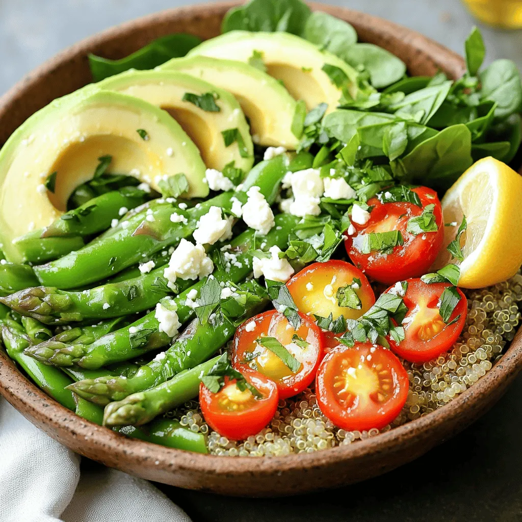 - Quinoa und Gemüsebrühe Quinoa ist die Basis für diese Power Bowl. Sie gibt einen tollen Biss und Nährstoffe. Verwenden Sie Gemüsebrühe, um mehr Geschmack zu erhalten. Sie können auch Wasser verwenden, aber Brühe bringt mehr Tiefe. - Frische Frühlingsgemüse Die Frische der Zutaten ist entscheidend. Cherrytomaten bringen Süße. Spargel sorgt für Crunch und Zuckerschoten fügen eine zarte Süße hinzu. Babyspinat bringt Vitamine und macht die Bowl schön bunt. - Weitere wichtige Zutaten Avocado sorgt für Cremigkeit. Kichererbsen fügen Protein hinzu und machen die Bowl sättigend. Feta-Käse gibt einen salzigen Geschmack, ist aber optional. Olivenöl und Zitronensaft bringen Frische und verbinden alles. Frische Kräuter wie Basilikum oder Petersilie sorgen für ein tolles Aroma. Diese Zutaten machen die Frühlings Gemüse Power Bowls zu einem Genuss. Für die vollständige Zubereitung schauen Sie sich das [Full Recipe] an. Um die Quinoa zu kochen, brauchen Sie nur zwei Zutaten. Nehmen Sie 1 Tasse Quinoa und 2 Tassen Gemüsebrühe oder Wasser. Geben Sie diese in einen mittelgroßen Topf. Bringen Sie die Mischung zum Kochen. Reduzieren Sie dann die Hitze und decken Sie den Topf ab. Lassen Sie die Quinoa 15 Minuten köcheln. Sie sollte fluffig und weich sein. Nehmen Sie den Topf vom Herd und lassen Sie die Quinoa für 5 Minuten abgedeckt ruhen. Diese Ruhezeit macht einen großen Unterschied für die Textur. Nun bereiten wir das Gemüse vor. Nehmen Sie 1 Tasse Spargel und schneiden Sie ihn in 2,5 cm lange Stücke. Waschen Sie auch 1 Tasse Zuckerschoten. Erhitzen Sie 1 Esslöffel Olivenöl in einer großen Pfanne bei mittlerer Hitze. Fügen Sie den Spargel hinzu und braten Sie ihn für etwa 3-4 Minuten an. Der Spargel sollte zart, aber knackig bleiben. Dann geben Sie die Zuckerschoten dazu. Braten Sie sie für weitere 2-3 Minuten an, bis sie schön grün sind. Würzen Sie alles mit Salz und Pfeffer. Nehmen Sie die Pfanne vom Herd, wenn das Gemüse fertig ist. Jetzt kombinieren wir die Zutaten. In einer großen Schüssel mischen Sie die gekochte Quinoa, das Gemüse, 1 Tasse halbierte Cherrytomaten, 1 Tasse Babyspinatblätter und 1/4 Tasse Kichererbsen. Fügen Sie 1 Esslöffel Zitronensaft und das restliche Olivenöl hinzu. Mischen Sie alles vorsichtig, damit die Zutaten gleichmäßig verteilt sind. Für das Anrichten teilen Sie die Mischung auf Servierschalen auf. Garnieren Sie jede Bowl mit Avocadoscheiben, einer Prise Feta-Käse und frischen Kräutern. Ihre Frühlings Gemüse Power Bowls sind jetzt bereit! Genießen Sie die Farben und den frischen Geschmack! Um die beste Quinoa zu kochen, spülen Sie sie zuerst gut ab. Das entfernt Bitterstoffe. Nutzen Sie ein Verhältnis von 1 Tasse Quinoa zu 2 Tassen Gemüsebrühe oder Wasser. Bringen Sie die Mischung zum Kochen. Reduzieren Sie dann die Hitze und decken Sie den Topf ab. Lassen Sie die Quinoa 15 Minuten köcheln. Nehmen Sie den Topf vom Herd und lassen Sie sie 5 Minuten ruhen. So bleibt die Quinoa fluffig und lecker. Wenn Sie Schwierigkeiten mit Überkochen haben, verwenden Sie eine Kochmethode mit weniger Wasser. Eine andere Möglichkeit ist, die Quinoa in einem Reiskocher zu garen. So gelingt es Ihnen immer. Um Nährstoffverlust zu vermeiden, dämpfen Sie Ihr Gemüse statt es zu kochen. Dämpfen hält die Farben und den Geschmack frisch. Sie können auch das Sautieren mit wenig Öl nutzen. So bleiben die Vitamine erhalten. Versuchen Sie, die Garzeit kurz zu halten. Überkochen Sie das Gemüse nicht. Das macht es matschig und weniger gesund. Nutzen Sie alternativ eine Grillpfanne. Das gibt dem Gemüse einen tollen Geschmack und bleibt knackig. Das Anrichten ist wichtig für den Geschmack. Nutzen Sie verschiedene Farben und Texturen. Das sieht nicht nur gut aus, sondern macht auch Spaß beim Essen. Kombinieren Sie süße und herzhafte Aromen. Fügen Sie z.B. Feta zu den frischen Tomaten hinzu. Garnieren Sie die Bowls mit frischen Kräutern. Diese sorgen für einen frischen Kick. Nutzen Sie Avocado für Cremigkeit und gesunde Fette. Die Mischung sorgt für ein tolles Geschmackserlebnis. Für das vollständige Rezept schauen Sie sich den Abschnitt "Frühlings Gemüse Power Bowls" an. {{image_4}} Für Veganer und Vegetarier kann man verschiedene Hülsenfrüchte nutzen. Kichererbsen sind eine tolle Wahl. Sie liefern viel Protein und Ballaststoffe. Auch schwarze Bohnen oder Linsen sind gut. Diese Zutaten machen deine Bowl nahrhafter und sättigender. Nüsse sind ebenfalls eine hervorragende Ergänzung. Mandeln, Walnüsse oder Cashews bringen einen knackigen Biss. Sie sind reich an gesunden Fetten und Eiweiß. Einfach ein paar in die Mischung streuen oder als Topping verwenden. Wenn du glutenfrei isst, gibt es viele Alternativen. Anstelle von Quinoa kannst du Reis oder Hirse verwenden. Diese Getreidearten sind ebenfalls gesund und lecker. Auch Buchweizen ist glutenfrei und hat einen tollen Geschmack. Achte darauf, alle Zutaten zu überprüfen. Manchmal sind Gewürze oder Saucen nicht glutenfrei. Es ist wichtig, alle Labels zu lesen und sicherzustellen, dass du sicher essen kannst. Frühling bringt viele frische Gemüsesorten. Du kannst auch verschiedene Gemüsesorten ausprobieren. Zucchini, Radieschen oder sogar Blumenkohl sorgen für Abwechslung. Diese Gemüsesorten sind knackig und voller Geschmack. Kräuter und Gewürze sind ebenfalls wichtig. Frischer Basilikum, Petersilie oder Schnittlauch machen viel aus. Sie fügen Tiefe und Aroma hinzu. Experimentiere mit verschiedenen Kombinationen für deine perfekte Bowl. Für das gesamte Rezept, schau dir die [Full Recipe] an! Um die Frühlings Gemüse Power Bowls frisch zu halten, kühlen Sie sie schnell ab. Stellen Sie sicher, dass die Bowls bei Raumtemperatur nicht länger als zwei Stunden stehen. Lagern Sie die Bowls in luftdichten Behältern im Kühlschrank. Dies hilft, die Aromen und die Frische zu bewahren. Um Geschmackseinbußen zu vermeiden, verwenden Sie Folgendes: - Frische Zutaten: Wählen Sie frisches Gemüse und Obst. - Zitronensaft: Der Zitronensaft hilft, die Farben und Aromen zu bewahren. - Separates Lagern: Lagern Sie Avocado und Feta-Käse separat, um sie frisch zu halten. Die maximale Lagerdauer der Power Bowls im Kühlschrank beträgt drei Tage. Nach dieser Zeit können die Frische und der Geschmack nachlassen. Die besten Methoden zum Aufwärmen sind: - Mikrowelle: Erhitzen Sie die Bowls in kurzen Intervallen von 30 Sekunden. Rühren Sie zwischendurch um, um eine gleichmäßige Erwärmung zu gewährleisten. - Pfanne: Geben Sie die Bowls in eine Pfanne bei mittlerer Hitze. Fügen Sie einen Spritzer Wasser hinzu, um das Gemüse feucht zu halten. Diese Methoden helfen, die Textur und den Geschmack der Zutaten zu erhalten. Um die beste Quinoa zu machen, spüle sie zuerst gut ab. Das entfernt Bitterstoffe. Verwende dann zwei Teile Gemüsebrühe oder Wasser für einen Teil Quinoa. Bringe das Wasser zum Kochen. Reduziere die Hitze, decke den Topf zu und lasse die Quinoa 15 Minuten köcheln. Danach lass sie fünf Minuten ruhen. So wird sie locker und perfekt. Ja, du kannst die Power Bowls im Voraus machen. Koche die Quinoa und das Gemüse. Lass sie abkühlen und lagere sie getrennt. Du kannst die Bowls bis zu drei Tage im Kühlschrank aufbewahren. Vor dem Servieren, erwärme sie kurz in der Mikrowelle oder in der Pfanne. Das schmeckt frisch und lecker. Es gibt viele tolle Frühlingsgemüse, die du verwenden kannst. Probiere Brokkoli, Karotten oder Erbsen. Auch Radieschen oder Rucola bringen einen frischen Geschmack. Mische verschiedene Farben und Texturen, um die Bowls spannend zu machen. Das sieht nicht nur gut aus, sondern schmeckt auch großartig. Ja, das Rezept ist vegan. Du kannst die Kichererbsen und Gemüse ganz nach deinem Geschmack anpassen. Wenn du Feta-Käse weglässt, bleibt es vegan. Für zusätzlichen Geschmack kannst du Nüsse oder Samen hinzufügen. So wird es noch nahrhafter. Schau dir auch das [Full Recipe] an, um alle Details zu sehen. Frühlings Gemüse Power Bowls sind gesund und lecker. Wir haben Quinoa als Basis, frisches Gemüse und tolle Tipps zur Zubereitung besprochen. Denke daran, dass du die Bowls nach deinem Geschmack anpassen kannst. Du kannst Hülsenfrüchte für mehr Protein hinzufügen oder glutenfreie Alternativen verwenden. Diese Gerichte sind leicht vorzubereiten und gut lagerbar. Probiere sie aus und entdecke neue Geschmackskombinationen, die dir Freude bringen. Mach deine nächsten Mahlzeiten bunt und gesund!