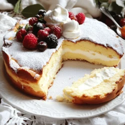 - 240 g griechischer Joghurt - 3 große Eier - 200 g Zucker Die Hauptzutaten sind einfach zu finden und machen den Kuchen besonders. Griechischer Joghurt sorgt für eine luftige Textur. Eier geben dem Kuchen seine Struktur. Zucker sorgt für die süße Note, die wir alle lieben. - 125 g Weizenmehl - 2 Teelöffel Backpulver - 1/4 Teelöffel Salz Die weiteren Zutaten sind wichtig für die Konsistenz. Weizenmehl gibt dem Kuchen Stabilität. Backpulver hilft beim Aufgehen. Eine Prise Salz bringt den Geschmack hervor und macht ihn noch besser. - Schale von 1 Zitrone - Puderzucker zum Bestäuben Optionale Zutaten sind ein nettes Extra. Die Zitronenschale fügt Frische hinzu. Puderzucker macht den Kuchen hübsch und süß. Du kannst diese Zutaten nach Geschmack hinzufügen. Wenn du die volle Erfahrung willst, probiere sie aus! Für das gesamte Rezept schaue dir die [Full Recipe] an. Heize den Ofen auf 175 °C vor. Bereite eine runde 20 cm Springform vor. Fette die Form mit Butter oder Kochspray ein. Lege auch den Boden mit Backpapier aus. So lässt sich der Kuchen später leicht lösen. Erstelle die Joghurtmischung. Nimm eine große Schüssel. Verquirle darin den griechischen Joghurt, die Eier, den Zucker und den Vanilleextrakt. Mische alles gut, bis die Mischung glatt ist. In einer separaten Schüssel vermische das Mehl, das Backpulver und das Salz. Füge die trockenen Zutaten schrittweise zur Joghurtmischung hinzu. Hebe alles vorsichtig unter, bis die Zutaten gerade verbunden sind. Gieße die geschmolzene Butter und die Zitronenschale in den Teig. Mische alles gründlich, aber sei vorsichtig, um eine Übermischung zu vermeiden. Fülle den Teig in die vorbereitete Springform. Glätte die Oberfläche mit einem Spatel. Backe den Kuchen im vorgeheizten Ofen für 25-30 Minuten. Der Kuchen ist fertig, wenn ein Zahnstocher sauber herauskommt. Nimm den Kuchen aus dem Ofen und lasse ihn etwa 10 Minuten in der Form abkühlen. Führe vorsichtig ein Messer entlang der Ränder. Stürze den Kuchen auf ein Kuchengitter, um ihn vollständig abzukühlen. Bestäube die Oberseite mit Puderzucker für eine elegante Note. Wenn du mehr Details benötigst, schau dir das [Full Recipe] an. - Vermeidung von Übermischung: Wenn Sie die trockenen Zutaten in die Joghurtmischung geben, heben Sie alles vorsichtig unter. Übermischen macht den Kuchen dicht und trocken. Ein paar Klümpchen sind in Ordnung. - Kühltipps nach dem Backen: Lassen Sie den Kuchen in der Form etwa 10 Minuten abkühlen. Dies hilft ihm, seine Form zu behalten. Danach stürzen Sie ihn vorsichtig auf ein Kuchengitter. Lassen Sie ihn dort vollständig abkühlen. - Präsentation mit frischen Beeren: Schneiden Sie den Kuchen in Stücke und legen Sie diese auf einen schönen Teller. Garnieren Sie die Stücke mit frischen Beeren. Die Farben der Beeren bringen Leben auf den Tisch. - Sahne als Beilage: Ein Klecks Schlagsahne passt perfekt zu diesem Kuchen. Die Sahne macht das Dessert noch leckerer. Sie können die Sahne auch leicht süßen, um den Geschmack zu verstärken. {{image_4}} Sie können Ihrem Joghurt Wolkenkuchen viele schöne Variationen geben. Eine einfache Möglichkeit ist, Früchte oder Nüsse hinzuzufügen. Frische Beeren, wie Himbeeren oder Erdbeeren, verleihen dem Kuchen eine fruchtige Note. Sie können auch gehackte Nüsse, wie Mandeln oder Walnüsse, hinzufügen. Diese geben dem Kuchen einen tollen Crunch. Eine weitere spannende Idee ist die Schokoladenversion des Kuchens. Fügen Sie einfach 50 g Kakaopulver zu den trockenen Zutaten hinzu. Achten Sie darauf, die Zuckermenge leicht zu reduzieren. So bleibt der Kuchen nicht zu süß. Dieser schokoladige Joghurt Wolkenkuchen wird sicher viele Fans haben! Wenn Sie glutenfreie Optionen suchen, können Sie das Weizenmehl durch eine glutenfreie Mehlmischung ersetzen. Achten Sie darauf, eine Mischung zu wählen, die gut zum Backen geeignet ist. So bleibt die Textur des Kuchens schön leicht und fluffig. Für Menschen, die weniger Zucker verwenden möchten, gibt es gute Alternativen. Sie können Honig oder Agavensirup verwenden. Diese Süßungsmittel bringen einen speziellen Geschmack in den Kuchen. Beginnen Sie mit der Hälfte der Menge und passen Sie nach Geschmack an. So bleibt der Kuchen lecker und gesund! Bewahre deinen Yogurt Wolkenkuchen im Kühlschrank auf. Lege ihn in einen luftdichten Behälter. So bleibt er frisch und saftig. Du kannst ihn bis zu fünf Tage im Kühlschrank halten. Wenn du den Kuchen länger aufbewahren möchtest, friere ihn ein. Schneide ihn in Stücke. Wickele jedes Stück in Frischhaltefolie ein und lege sie in einen Gefrierbeutel. So bleibt der Kuchen bis zu drei Monate haltbar. Der Kuchen bleibt frisch für etwa fünf Tage im Kühlschrank. Achte darauf, wie er aussieht und riecht. Wenn er trocken oder schimmelig aussieht, solltest du ihn nicht essen. Um Verderb zu erkennen, prüfe auf einen unangenehmen Geruch oder eine veränderte Textur. Wenn der Kuchen klebrig oder matschig ist, ist er nicht mehr gut. Für das beste Ergebnis genieße den Kuchen frisch. Aber die Aufbewahrung macht ihn auch einfach, wenn du später einen süßen Snack brauchst. Um den besten Yogurt Wolkenkuchen zu machen, gibt es einige wichtige Tipps. Erstens, stellen Sie sicher, dass alle Zutaten Raumtemperatur haben. Das hilft, eine glatte Mischung zu erzielen. Zweitens, mischen Sie die trockenen Zutaten nicht zu lange mit der Joghurtmischung. Zu viel Rühren kann den Kuchen fest machen. Drittens, fügen Sie die geschmolzene Butter am Ende hinzu. Dies sorgt für eine zarte Textur. Ja, Sie können den Kuchen im Voraus zubereiten. Backen Sie ihn einfach und lassen Sie ihn abkühlen. Wickeln Sie den Kuchen dann in Frischhaltefolie. So bleibt er frisch. Lagern Sie ihn im Kühlschrank für bis zu drei Tage. Wenn Sie ihn länger aufbewahren wollen, frieren Sie ihn ein. In einem luftdichten Behälter hält er bis zu drei Monate. Lassen Sie ihn vor dem Servieren langsam auftauen. Wenn Sie keinen griechischen Joghurt haben, gibt es gute Alternativen. Sie können normalen Joghurt verwenden, aber der Kuchen wird weniger dick. Auch Quark kann eine gute Wahl sein. Er hat eine ähnliche Konsistenz und einen guten Geschmack. Für eine vegane Option probieren Sie Sojajoghurt oder Kokosjoghurt. Achten Sie darauf, ungesüßte Varianten zu wählen, um den Zuckergehalt zu kontrollieren. Zusammenfassend haben wir die wichtigsten Zutaten und Schritte für den perfekten Joghurt Wolkenkuchen behandelt. Der Hauptbestandteil, griechischer Joghurt, macht den Kuchen besonders saftig. Ich teile auch Tipps zur Vermeidung von Übermischung und zur Lagerung des Kuchens. Denke daran, du kannst Variationen hinzufügen, um den Geschmack zu verändern. Mit diesen Informationen bist du bereit, selbst einen köstlichen Kuchen zu backen. Viel Spaß beim Ausprobieren!