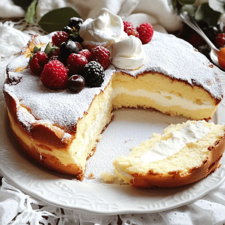 - 240 g griechischer Joghurt - 3 große Eier - 200 g Zucker Die Hauptzutaten sind einfach zu finden und machen den Kuchen besonders. Griechischer Joghurt sorgt für eine luftige Textur. Eier geben dem Kuchen seine Struktur. Zucker sorgt für die süße Note, die wir alle lieben. - 125 g Weizenmehl - 2 Teelöffel Backpulver - 1/4 Teelöffel Salz Die weiteren Zutaten sind wichtig für die Konsistenz. Weizenmehl gibt dem Kuchen Stabilität. Backpulver hilft beim Aufgehen. Eine Prise Salz bringt den Geschmack hervor und macht ihn noch besser. - Schale von 1 Zitrone - Puderzucker zum Bestäuben Optionale Zutaten sind ein nettes Extra. Die Zitronenschale fügt Frische hinzu. Puderzucker macht den Kuchen hübsch und süß. Du kannst diese Zutaten nach Geschmack hinzufügen. Wenn du die volle Erfahrung willst, probiere sie aus! Für das gesamte Rezept schaue dir die [Full Recipe] an. Heize den Ofen auf 175 °C vor. Bereite eine runde 20 cm Springform vor. Fette die Form mit Butter oder Kochspray ein. Lege auch den Boden mit Backpapier aus. So lässt sich der Kuchen später leicht lösen. Erstelle die Joghurtmischung. Nimm eine große Schüssel. Verquirle darin den griechischen Joghurt, die Eier, den Zucker und den Vanilleextrakt. Mische alles gut, bis die Mischung glatt ist. In einer separaten Schüssel vermische das Mehl, das Backpulver und das Salz. Füge die trockenen Zutaten schrittweise zur Joghurtmischung hinzu. Hebe alles vorsichtig unter, bis die Zutaten gerade verbunden sind. Gieße die geschmolzene Butter und die Zitronenschale in den Teig. Mische alles gründlich, aber sei vorsichtig, um eine Übermischung zu vermeiden. Fülle den Teig in die vorbereitete Springform. Glätte die Oberfläche mit einem Spatel. Backe den Kuchen im vorgeheizten Ofen für 25-30 Minuten. Der Kuchen ist fertig, wenn ein Zahnstocher sauber herauskommt. Nimm den Kuchen aus dem Ofen und lasse ihn etwa 10 Minuten in der Form abkühlen. Führe vorsichtig ein Messer entlang der Ränder. Stürze den Kuchen auf ein Kuchengitter, um ihn vollständig abzukühlen. Bestäube die Oberseite mit Puderzucker für eine elegante Note. Wenn du mehr Details benötigst, schau dir das [Full Recipe] an. - Vermeidung von Übermischung: Wenn Sie die trockenen Zutaten in die Joghurtmischung geben, heben Sie alles vorsichtig unter. Übermischen macht den Kuchen dicht und trocken. Ein paar Klümpchen sind in Ordnung. - Kühltipps nach dem Backen: Lassen Sie den Kuchen in der Form etwa 10 Minuten abkühlen. Dies hilft ihm, seine Form zu behalten. Danach stürzen Sie ihn vorsichtig auf ein Kuchengitter. Lassen Sie ihn dort vollständig abkühlen. - Präsentation mit frischen Beeren: Schneiden Sie den Kuchen in Stücke und legen Sie diese auf einen schönen Teller. Garnieren Sie die Stücke mit frischen Beeren. Die Farben der Beeren bringen Leben auf den Tisch. - Sahne als Beilage: Ein Klecks Schlagsahne passt perfekt zu diesem Kuchen. Die Sahne macht das Dessert noch leckerer. Sie können die Sahne auch leicht süßen, um den Geschmack zu verstärken. {{image_4}} Sie können Ihrem Joghurt Wolkenkuchen viele schöne Variationen geben. Eine einfache Möglichkeit ist, Früchte oder Nüsse hinzuzufügen. Frische Beeren, wie Himbeeren oder Erdbeeren, verleihen dem Kuchen eine fruchtige Note. Sie können auch gehackte Nüsse, wie Mandeln oder Walnüsse, hinzufügen. Diese geben dem Kuchen einen tollen Crunch. Eine weitere spannende Idee ist die Schokoladenversion des Kuchens. Fügen Sie einfach 50 g Kakaopulver zu den trockenen Zutaten hinzu. Achten Sie darauf, die Zuckermenge leicht zu reduzieren. So bleibt der Kuchen nicht zu süß. Dieser schokoladige Joghurt Wolkenkuchen wird sicher viele Fans haben! Wenn Sie glutenfreie Optionen suchen, können Sie das Weizenmehl durch eine glutenfreie Mehlmischung ersetzen. Achten Sie darauf, eine Mischung zu wählen, die gut zum Backen geeignet ist. So bleibt die Textur des Kuchens schön leicht und fluffig. Für Menschen, die weniger Zucker verwenden möchten, gibt es gute Alternativen. Sie können Honig oder Agavensirup verwenden. Diese Süßungsmittel bringen einen speziellen Geschmack in den Kuchen. Beginnen Sie mit der Hälfte der Menge und passen Sie nach Geschmack an. So bleibt der Kuchen lecker und gesund! Bewahre deinen Yogurt Wolkenkuchen im Kühlschrank auf. Lege ihn in einen luftdichten Behälter. So bleibt er frisch und saftig. Du kannst ihn bis zu fünf Tage im Kühlschrank halten. Wenn du den Kuchen länger aufbewahren möchtest, friere ihn ein. Schneide ihn in Stücke. Wickele jedes Stück in Frischhaltefolie ein und lege sie in einen Gefrierbeutel. So bleibt der Kuchen bis zu drei Monate haltbar. Der Kuchen bleibt frisch für etwa fünf Tage im Kühlschrank. Achte darauf, wie er aussieht und riecht. Wenn er trocken oder schimmelig aussieht, solltest du ihn nicht essen. Um Verderb zu erkennen, prüfe auf einen unangenehmen Geruch oder eine veränderte Textur. Wenn der Kuchen klebrig oder matschig ist, ist er nicht mehr gut. Für das beste Ergebnis genieße den Kuchen frisch. Aber die Aufbewahrung macht ihn auch einfach, wenn du später einen süßen Snack brauchst. Um den besten Yogurt Wolkenkuchen zu machen, gibt es einige wichtige Tipps. Erstens, stellen Sie sicher, dass alle Zutaten Raumtemperatur haben. Das hilft, eine glatte Mischung zu erzielen. Zweitens, mischen Sie die trockenen Zutaten nicht zu lange mit der Joghurtmischung. Zu viel Rühren kann den Kuchen fest machen. Drittens, fügen Sie die geschmolzene Butter am Ende hinzu. Dies sorgt für eine zarte Textur. Ja, Sie können den Kuchen im Voraus zubereiten. Backen Sie ihn einfach und lassen Sie ihn abkühlen. Wickeln Sie den Kuchen dann in Frischhaltefolie. So bleibt er frisch. Lagern Sie ihn im Kühlschrank für bis zu drei Tage. Wenn Sie ihn länger aufbewahren wollen, frieren Sie ihn ein. In einem luftdichten Behälter hält er bis zu drei Monate. Lassen Sie ihn vor dem Servieren langsam auftauen. Wenn Sie keinen griechischen Joghurt haben, gibt es gute Alternativen. Sie können normalen Joghurt verwenden, aber der Kuchen wird weniger dick. Auch Quark kann eine gute Wahl sein. Er hat eine ähnliche Konsistenz und einen guten Geschmack. Für eine vegane Option probieren Sie Sojajoghurt oder Kokosjoghurt. Achten Sie darauf, ungesüßte Varianten zu wählen, um den Zuckergehalt zu kontrollieren. Zusammenfassend haben wir die wichtigsten Zutaten und Schritte für den perfekten Joghurt Wolkenkuchen behandelt. Der Hauptbestandteil, griechischer Joghurt, macht den Kuchen besonders saftig. Ich teile auch Tipps zur Vermeidung von Übermischung und zur Lagerung des Kuchens. Denke daran, du kannst Variationen hinzufügen, um den Geschmack zu verändern. Mit diesen Informationen bist du bereit, selbst einen köstlichen Kuchen zu backen. Viel Spaß beim Ausprobieren!