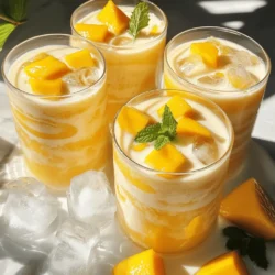 Um Korean Mango Milk zu machen, brauchst du einige einfache Zutaten. Diese sind: - 2 reife Mangos, geschält und gewürfelt - 2 Tassen kalte Milch (oder pflanzliche Milch für eine milchfreie Option) - 2 Esslöffel gesüßte kondensierte Milch (nach Süßigkeitsvorliebe anpassen) - 1 Esslöffel Honig (optional, für zusätzliche Süße) - 1 Teelöffel Vanilleextrakt - Eiswürfel (zum Servieren) Diese Zutaten sorgen für den vollen Geschmack und die cremige Textur. Die Wahl der Mangos ist wichtig für den Geschmack. Suche nach süßen, reifen Mangos. Sorten wie die Alphonso oder die Haden sind sehr gut. Sie sind saftig und süß. Vermeide grüne oder harte Mangos. Diese sind oft nicht süß genug für das Getränk. Reife Mangos haben eine glatte Haut und einen starken Duft. Wenn du eine milchfreie Option suchst, gibt es viele Alternativen. Mandeln, Kokosnüsse oder Hafermilch sind großartige Möglichkeiten. Diese Milchsorten fügen einen neuen Geschmack hinzu. Sie sind auch gut für Menschen mit Laktoseintoleranz. Wenn du eine dickere Konsistenz möchtest, wähle ungesüßte Kokosmilch. Sie macht das Getränk besonders cremig. Zuerst brauchst du die richtigen Zutaten. Du benötigst: - 2 reife Mangos, geschält und gewürfelt - 2 Tassen kalte Milch oder pflanzliche Milch - 2 Esslöffel gesüßte kondensierte Milch - 1 Esslöffel Honig (optional) - 1 Teelöffel Vanilleextrakt - Eiswürfel Stelle sicher, dass die Mangos reif sind. Sie sollten süß und saftig sein. Das macht den Geschmack besser. Wenn du pflanzliche Milch verwendest, wähle eine, die dir gefällt. Jetzt ist es Zeit für den Mixer! Gib alle Zutaten in den Mixer. Füge die Mangos, Milch, gesüßte kondensierte Milch, Honig und Vanilleextrakt hinzu. Mixe alles auf hoher Stufe. Mixe für etwa 1-2 Minuten. Du willst eine glatte und cremige Konsistenz. Wenn die Mischung zu dick ist, füge mehr Milch hinzu. Für eine kühlere Variante kannst du auch Eiswürfel in den Mixer geben. Mixe erneut, bis alles gut vermischt ist. Gieße die Mangomilch in Gläser. Du kannst sie sofort servieren. Für eine schöne Präsentation füge kleine Mangostücke oder einen Zweig frische Minze als Garnierung hinzu. Das sieht toll aus und macht das Getränk erfrischend. Wenn du mehr über die Zubereitung erfahren möchtest, schau dir das [Full Recipe] an. Ein häufiger Fehler ist, unreife Mangos zu verwenden. Sie schmecken nicht süß genug. Wähle reife Mangos, die weich sind und einen süßen Duft haben. Ein weiterer Fehler ist, die Mischung nicht lange genug zu mixen. Mixe sie für 1-2 Minuten, bis sie ganz glatt ist. Das sorgt für die richtige Konsistenz. Jeder hat einen anderen Geschmack. Du kannst die Süße anpassen. Füge einfach mehr gesüßte kondensierte Milch oder Honig hinzu. Wenn du es cremiger magst, nimm weniger Milch. Bei einer dünneren Konsistenz einfach mehr Milch hinzufügen. Probiere die Mischung und finde deine perfekte Balance. Falls du etwas übrig hast, bewahre es im Kühlschrank auf. Nutze einen luftdichten Behälter, um die Frische zu halten. So bleibt die Mangomilch für ein bis zwei Tage gut. Rühre die Mischung vor dem Servieren gut durch. Manchmal setzen sich die Zutaten ab. Wenn du die Mangomilch einfrieren möchtest, fülle sie in Eiswürfelformen. So hast du immer eine kühle Erfrischung bereit. Für das vollständige Rezept, schau dir den Abschnitt über die Zubereitung an. {{image_4}} Korean Mango Milk kann leicht milchfrei und vegan sein. Verwende einfach pflanzliche Milch. Mandeldrink oder Haferdrink sind gute Optionen. Diese Alternativen geben der Mango Milch einen eigenen Geschmack. Du kannst auch Kokosmilch nutzen. Sie fügt eine tropische Note hinzu. Um neue Geschmäcker zu entdecken, füge andere Früchte hinzu. Banane passt gut zur Mango. Sie macht das Getränk noch cremiger. Du kannst auch Ananas oder Erdbeeren verwenden. Diese Früchte bringen Frische und einen süßen Kick. Mixe die Früchte einfach mit der Mango im Mixer. Für eine interessante Wendung kannst du Chili hinzufügen. Ein Hauch von Chili gibt der Mango Milch einen aufregenden Biss. Füge eine kleine Menge an rotem Chili-Pulver hinzu. Achte darauf, nicht zu viel zu verwenden. Es sollte nicht die Süße der Mango überdecken. Diese Mischung wird ein echter Hingucker für deine Gäste! Mangos sind voller Vitamine. Sie enthalten Vitamin C, das das Immunsystem stärkt. Zudem sind Mangos reich an Vitamin A, gut für die Augen. Auch Ballaststoffe sind in Mangos enthalten, die die Verdauung fördern. Milch liefert wichtige Nährstoffe. Sie ist eine gute Quelle für Kalzium und Protein. Kalzium hilft, starke Knochen zu bilden. Protein gibt dir Energie und hilft beim Muskelaufbau. Hausgemachte Getränke sind oft gesünder. Du kannst die Zutaten selbst wählen. So weißt du genau, was drin ist. Gekaufte Getränke enthalten häufig viel Zucker und Konservierungsstoffe. Das kann ungesund sein. Mit selbstgemachter Mangomilch kannst du die Süße anpassen. Außerdem ist es günstiger, wenn du die Zutaten selbst kaufst. Du sparst Geld und tust deinem Körper etwas Gutes. Korean Mango Milk hat einen moderaten Kaloriengehalt. Eine Portion hat etwa 200 bis 250 Kalorien, je nach Zutaten. Der Zuckergehalt kann variieren. Du kannst die gesüßte kondensierte Milch nach deinem Geschmack anpassen. Wenn du weniger Zucker willst, verwende weniger Honig oder Kondensmilch. Dies macht das Getränk gesünder. So kannst du den vollen Fruchtgeschmack genießen, ohne dir Sorgen um zu viel Zucker zu machen. Du kannst die Zutaten für Korean Mango Milk in jedem Supermarkt finden. Suche nach reifen Mangos in der Obstabteilung. Kalte Milch gibt es in der Kühlabteilung. Gesüßte kondensierte Milch findest du bei den Backzutaten. Wenn du pflanzliche Milch suchst, schau bei den alternativen Getränken. Auch Honig und Vanilleextrakt sind leicht erhältlich. Oft findest du alles, was du brauchst, in einem Gang. Korean Mango Milk ist sehr anpassbar. Wenn du vegan bist, nutze pflanzliche Milch. Die gesüßte kondensierte Milch kannst du durch eine vegane Option ersetzen. Für eine glutenfreie Variante achte darauf, glutenfreie Produkte zu wählen. Wenn du auf Zucker achtest, lasse den Honig weg oder verwende einen Zuckerersatz. So kann jeder dieses leckere Getränk genießen. Die Zubereitung von Korean Mango Milk schmeckt am besten frisch. Du kannst sie jedoch im Kühlschrank für bis zu zwei Tage aufbewahren. Stelle sicher, dass du das Getränk in einem luftdichten Behälter lagerst. Vor dem Servieren solltest du es gut schütteln oder umrühren, da sich die Zutaten setzen können. So bleibt der Geschmack frisch und lecker! Korean Mango Milk ist einfach herzustellen und voller fruchtiger Aromen. Wir haben die besten Zutaten behandelt, von Mango-Sorten bis zu Milchalternativen. Die Schritt-für-Schritt-Anleitung hilft dir, die perfekte Konsistenz zu erreichen. Wir besprachen auch, wie du häufige Fehler vermeidest und die Süße anpasst. Variationen bringen frischen Wind, während gesundheitliche Vorteile dir zeigen, warum dieses Getränk wertvoll ist. Die FAQs beantworten wichtige Fragen zu Zutaten und Lagerung. Nutze die Tipps und genieße deine eigene Mangomilch!
