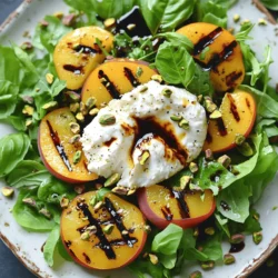 - 2 reife Nektarinen, halbiert und entsteint - 230 g Burrata-Käse - 4 Tassen gemischte Salatgreens - 60 g Pistazien, grob gehackt - 3 Esslöffel natives Olivenöl extra - 1 Esslöffel Balsamico-Glasur - Salz und Pfeffer nach Geschmack - Frische Basilikumblätter zur Garnierung Für dieses Gericht wähle ich immer reife und saftige Nektarinen. Diese Früchte bringen eine süße Note in den Salat. Burrata-Käse ist weich und cremig. Er ergänzt die Nektarinen perfekt. Die Mischung aus verschiedenen Salatgreens sorgt für Textur und Frische. Pistazien fügen einen knackigen Biss hinzu. Ich verwende hochwertiges natives Olivenöl. Es verstärkt den Geschmack. Balsamico-Glasur bringt eine süße Säure ins Spiel. Salz und Pfeffer runden alles ab. Frische Basilikumblätter geben einen schönen Duft. Wenn du die Zutaten richtig auswählst, wird dein Salat frisch und lecker. Um das volle Aroma zu erleben, achte darauf, die Zutaten frisch zu halten. Diese Kombination macht den Grilled Nectarine Burrata Salad zu einem Hit. Für die vollständige Zubereitung schau dir die [Full Recipe] an. Zuerst heize ich den Grill auf mittlere Hitze vor. Das sorgt für perfekte Grillstreifen. Ich bestreiche die Schnittseiten der Nektarinen leicht mit Olivenöl. So bekommen sie ein tolles Aroma und bleiben saftig. Nun lege ich die Nektarinen mit der Schnittseite nach unten auf den Grill. Ich grille sie etwa 4-5 Minuten. Die Nektarinen sollen schön weich werden und Grillstreifen bekommen. Dieser Schritt macht die Frucht noch süßer und intensiver im Geschmack. Während die Nektarinen grillen, richte ich die gemischten Salatgreens auf einer großen Servierplatte an. Ich verwende Rucola, Spinat und Frisée für einen bunten Mix. Dann reiße ich den Burrata-Käse in Stücke und verteile ihn gleichmäßig über den Salat. Sobald die Nektarinen fertig sind, schneide ich sie in Spalten. Diese füge ich dann auf den Salat hinzu. Um das Ganze abzurunden, streue ich die gehackten Pistazien darüber. Dann träufle ich das restliche Olivenöl und die Balsamico-Glasur darüber. Ich würze alles mit Salz und Pfeffer nach Geschmack. Zum Schluss garniere ich den Salat mit frischen Basilikumblättern. Das gibt einen schönen Duft und einen frischen Akzent. Für das vollständige Rezept, siehe [Full Recipe]. Um die Nektarinen perfekt zu grillen, achte auf die Grilltemperatur. Erhitze den Grill auf mittlere Hitze, etwa 180 °C. So grillen die Nektarinen gleichmäßig und werden weich. Die Grillzeit beträgt etwa 4-5 Minuten. Du siehst, wenn sie fertig sind, wenn sie schöne Grillstreifen haben. Bevor du die Nektarinen grillst, bestreiche die Schnittflächen leicht mit Olivenöl. Das hilft, das Ankleben zu verhindern und die Frucht schön zu karamellisieren. Lege die Nektarinen mit der Schnittseite nach unten auf den Grill. Das sorgt für ein tolles Aroma und eine schöne Textur. Für eine ansprechende Präsentation serviere den Salat auf einer großen, flachen Platte. Anrichte die bunten Nektarinen- und Burrata-Stücke kreativ. Streue die gehackten Pistazien großzügig oben drauf. Das gibt dem Gericht einen knackigen Akzent. Du kannst den Salat auch als Beilage zu gegrilltem Hähnchen oder Fisch servieren. Die süßen Nektarinen passen gut zu herzhaften Aromen. So wird dein Essen noch spannender und leckerer. Wenn dir die Balsamico-Glasur nicht gefällt, probiere andere Dressings aus. Ein einfaches Zitronen-Olivenöl-Dressing passt auch gut. Mische dazu 3 Esslöffel Olivenöl mit dem Saft einer Zitrone. Du kannst auch selbstgemachte Dressings ausprobieren. Eine Mischung aus Honig, Senf und Olivenöl gibt dem Salat eine süßliche Note. Experimentiere mit verschiedenen Kräutern und Ölen. So findest du dein perfektes Dressing. Für das volle Rezept schau dir die [Full Recipe] an. {{image_4}} Möchten Sie den Nektarinen-Burrata-Salat anpassen? Hier sind einige Ideen: - Andere Käsesorten verwenden: Wenn Sie Burrata nicht mögen, probieren Sie Mozzarella oder Feta. Diese Käsesorten bringen einen eigenen Geschmack. Sie sind auch cremig und passen gut zu Nektarinen. - Alternativen zu Pistazien: Pistazien sind lecker, aber nicht jeder mag sie. Sie können auch Mandeln oder Walnüsse verwenden. Diese Nüsse fügen einen knusprigen Biss hinzu und ergänzen die Frische der Nektarinen. Haben Sie spezielle Ernährungsbedürfnisse? Hier sind einige Optionen: - Vegane Käsealternativen: Veganer Käse aus Nüssen kann eine gute Wahl sein. Diese Käse sind oft cremig und bieten einen ähnlichen Geschmack wie Burrata. Achten Sie auf Sorten, die gut schmelzen. - Anpassungen für Allergiker: Wenn Sie Allergien haben, können Sie den Salat leicht anpassen. Lassen Sie Nüsse weg, wenn Sie allergisch sind. Nutzen Sie einfach mehr frische Kräuter für den Geschmack. Reste des Grilled Nectarine Burrata Salats sollten richtig gelagert werden. Legen Sie den Salat in einen luftdichten Behälter. So bleibt er frisch. Lagern Sie den Behälter im Kühlschrank. Die Haltbarkeit beträgt etwa zwei Tage. Danach kann der Salat an Geschmack verlieren. Um Zeit zu sparen, bereiten Sie die Zutaten im Voraus vor. Schneiden Sie die Nektarinen und hacken Sie die Pistazien schon am Morgen. Lagern Sie sie separat. So sind sie bereit, wenn Sie den Salat zubereiten. Ein weiterer Tipp zur schnellen Zubereitung ist, den Burrata-Käse vorher zu zerreißen. Das spart Zeit, wenn Sie den Salat anrichten. Kochen kann einfach und schnell sein, wenn Sie ein wenig vorausplanen. Nutzen Sie die Full Recipe, um die Schritte zu verfolgen und den Salat richtig zuzubereiten. Um den perfekten Nektarinen-Burrata-Salat zu machen, folgen Sie diesen Tipps: - Wählen Sie reife, süße Nektarinen. Sie bringen den besten Geschmack. - Grillen Sie die Nektarinen, bis sie weich und leicht karamellisiert sind. - Verwenden Sie frischen Burrata-Käse. Er ist cremig und passt gut. - Mischen Sie verschiedene Salatgreens für mehr Textur. Rucola, Spinat und Frisée sind ideal. - Fügen Sie gehackte Pistazien für einen knackigen Biss hinzu. Die Präsentation ist wichtig. Servieren Sie den Salat auf einer großen Platte. Legen Sie die bunten Nektarinen und Burrata-Stücke schön an. Ganze Pistazien als Dekoration machen das Gericht ansprechender. Ja, Sie können Burrata ersetzen. Hier sind einige Alternativen: - Mozzarella: Er ist mild und hat eine ähnliche Textur. - Ricotta: Er hat eine cremige Konsistenz, aber einen anderen Geschmack. - Feta: Er ist salziger, bringt aber einen interessanten Kontrast. Jede Option bringt ihren eigenen Geschmack in den Salat. Experimentieren Sie und finden Sie Ihre Lieblingsalternative. Die Reste des Salats können im Kühlschrank aufbewahrt werden. Hier sind einige Tipps: - Lagern Sie den Salat in einem luftdichten Behälter. So bleibt er frisch. - Er hält sich 1 bis 2 Tage. Achten Sie auf die Nektarinen. Sie werden schnell weich. - Verwenden Sie die Reste in einem Sandwich oder Wrap. Das gibt eine neue Geschmacksrichtung. Wenn Sie den Salat im Voraus zubereiten, lagern Sie die Dressing-Zutaten separat. So bleibt alles frisch und lecker. Für das vollständige Rezept schauen Sie sich die [Full Recipe] an. In diesem Artikel habe ich Ihnen gezeigt, wie man einen Nektarinen-Burrata-Salat zubereitet. Wir haben die Zutatenliste, die Schritte zur Zubereitung und hilfreiche Tipps besprochen. Denken Sie daran, die Nektarinen gut zu grillen, um den besten Geschmack zu erzielen. Experimentieren Sie mit verschiedenen Käsesorten und Dressings. Nutzen Sie die Aufbewahrungstipps, um Reste frisch zu halten. So wird Ihr Salat vielseitig und lecker. Jetzt sind Sie bereit, loszulegen und das Rezept auszuprobieren!