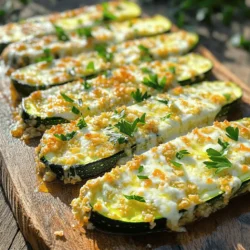 - 2 große Zucchini - 1 Tasse geriebener Mozzarella-Käse - 1/2 Tasse geriebener Parmesan-Käse - 1/4 Tasse Semmelbrösel (bevorzugt Vollkorn) - 2 Esslöffel Olivenöl - 1 Teelöffel Knoblauchpulver - 1 Teelöffel getrockneter Oregano - Salz und Pfeffer nach Geschmack - Frische Petersilie, gehackt (zum Garnieren) Wenn du Zucchini kaufst, achte auf die Frische. Wähle Zucchini, die fest sind und eine glatte Haut haben. Vermeide Zucchini mit Flecken oder Dellen. Frische Zucchini schmecken besser und haben eine bessere Textur. Der Käse ist ebenfalls wichtig. Hochwertiger Mozzarella und Parmesan geben mehr Geschmack. Sie schmelzen gut und machen die Zucchini-Steaks lecker. Du kannst auch andere Käsesorten probieren, aber achte darauf, dass sie gut schmelzen. Für die besten Ergebnisse, kaufe die Zutaten kurz vor der Zubereitung. So sind sie frisch und geben den besten Geschmack. Schau dir auch die [Full Recipe] an, um alles in einem Schritt zu sehen! Heize zuerst deinen Ofen auf 220°C vor. Lege ein Backblech mit Backpapier aus. Schneide dann die Zucchini längs in 2,5 cm dicke Steaks. Wenn die Zucchini sehr wässrig ist, tupfe sie mit einem Papiertuch trocken. So bleibt mehr Geschmack erhalten. In einer kleinen Schüssel mische das Olivenöl, Knoblauchpulver, Oregano, Salz und Pfeffer gut. Bestreiche beide Seiten der Zucchini-Steaks gleichmäßig mit dieser Mischung. In einer anderen Schüssel rühre den geriebenen Mozzarella, Parmesan und die Semmelbrösel zusammen. Löffle die Käsemischung gleichmäßig über jedes Zucchini-Steak. Lege die Zucchini-Steaks auf das Backblech in einer einzigen Schicht. Backe sie 15 bis 20 Minuten im vorgeheizten Ofen. Der Käse sollte schmelzen und die Zucchini zart sein. Wenn du ein goldenes Finish willst, kannst du die Steaks für 2 bis 3 Minuten überbacken. Halte sie dabei im Auge, damit sie nicht verbrennen. Lass die Steaks kurz abkühlen und garniere sie mit frischer Petersilie. Du findest die vollständige Anleitung in der [Full Recipe]. Wässrige Zucchini? So verhindern Um wässrige Zucchini zu vermeiden, schneiden Sie sie dick. Dann tupfen Sie sie mit einem Papiertuch ab. So entfernen Sie überschüssige Feuchtigkeit. Diese Technik hilft, die Steaks zart und schmackhaft zu halten. Käseverbrennung vermeiden Um Käseverbrennung zu verhindern, achten Sie auf die Backzeit. Überwachen Sie die Steaks während des Backens. Wenn der Käse zu schnell bräunt, decken Sie die Steaks mit Alufolie ab. So bleibt der Käse geschmolzen und zart. Zucchini richtig dünsten Dünsten Sie die Zucchini-Steaks für eine gleichmäßige Konsistenz. Verwenden Sie eine Pfanne mit etwas Wasser. Dämpfen Sie die Steaks für etwa fünf Minuten, bevor Sie sie backen. Dies hilft, die Zucchini zart zu machen und den Geschmack zu intensivieren. Backzeit anpassen je nach Ofentyp Die Backzeit kann je nach Ofentyp variieren. Achten Sie auf die Farbe des Käses. Wenn er goldbraun wird, sind die Steaks bereit. Ein Umluftofen kann die Zeit um einige Minuten verkürzen. Überprüfen Sie die Zucchini-Steaks regelmäßig. Präsentationstipps für ansprechende Servierweise Servieren Sie die Zucchini-Steaks auf einem rustikalen Holzbrett. Drizzeln Sie etwas Olivenöl darüber. Ein Spritzer frischer Zitronensaft sorgt für einen frischen Geschmack. Garnieren Sie mit frischer Petersilie für Farbe. Kombination mit Beilagen oder Dips Die Zucchini-Steaks passen gut zu einem frischen Salat oder geröstetem Brot. Servieren Sie sie mit einem Joghurt-Dip oder einer würzigen Salsa. Diese Kombination bringt noch mehr Geschmack auf den Tisch. {{image_4}} Für die Käsevarianten gibt es viele Möglichkeiten. Sie können Feta verwenden, um einen salzigen Geschmack hinzuzufügen. Cheddar bringt eine schöne Schärfe, die die Zucchini ergänzt. Wenn Sie vegan leben, probieren Sie pflanzliche Käsealternativen. Diese sind oft auf Nuss- oder Sojabasis. Veganer Käse schmilzt nicht immer, aber er gibt dennoch Geschmack und Textur. Experimentieren Sie mit verschiedenen Kräutern und Gewürzen. Thymian und Basilikum geben frische Noten. Eine Prise Chili-Flocken bringt etwas Schärfe. Sie können auch Gemüse wie Paprika oder Pilze hinzufügen. Diese geben mehr Fülle und machen das Gericht bunter. Wenn Sie mehr Protein möchten, fügen Sie gebratenes Hähnchen oder Speck hinzu. Diese Ergänzungen machen das Gericht noch sättigender. Für glutenfreie Optionen können Sie glutenfreie Semmelbrösel verwenden. Diese sind in vielen Geschäften erhältlich. Auch Haferflocken sind eine gute Alternative. Wenn Sie die Kohlenhydrate reduzieren möchten, lassen Sie die Semmelbrösel ganz weg. Stattdessen können Sie die Zucchini einfach mit Käse überbacken. So bleibt das Gericht leicht und lecker. Erfahren Sie mehr über die Zubereitung in der [Full Recipe]. Um die Käse-Zucchini-Steaks frisch zu halten, lagere sie richtig. - Aufbewahrung im Kühlschrank: Lass die Steaks zuerst abkühlen. Lege sie dann in einen luftdichten Behälter. So bleiben sie für 3 bis 4 Tage gut. - Tipps zur Aufbewahrung im Gefrierschrank: Für eine längere Lagerung kannst du die Steaks einfrieren. Wickel sie in Frischhaltefolie und lege sie in einen Gefrierbeutel. So bleiben sie bis zu 3 Monate frisch. - Haltbarkeit im Kühlschrank: Zucchini-Steaks sind im Kühlschrank 3 bis 4 Tage haltbar. Achte darauf, dass sie gut verpackt sind. - Haltbarkeit im Gefrierfach: Im Gefrierfach können die Steaks bis zu 3 Monate bleiben. Sie verlieren dabei nicht viel Geschmack. Um die Reste wieder warm zu machen, gibt es einige gute Methoden. - Beste Methoden zum Wiederaufwärmen: Heize den Ofen auf 180 °C vor. Lege die Steaks auf ein Backblech und wärme sie für 10 bis 15 Minuten auf. - Vermeidung von matschigen Zucchini: Achte darauf, die Steaks nicht zu lange zu erhitzen. So bleiben sie knusprig und lecker. Die Zubereitung ist schnell. Du brauchst etwa 10 Minuten, um alles vorzubereiten. Dann backen die Steaks für 15 bis 20 Minuten. Insgesamt dauert es also ungefähr 30 Minuten. In dieser Zeit kannst du die Zucchini gut vorbereiten und den Käse anrühren. Ja, du kannst die Zucchini-Steaks auch grillen. Heize den Grill auf mittlere Hitze vor. Lege die Zucchini-Steaks direkt auf den Grill. Grille sie etwa 5-7 Minuten pro Seite. Achte darauf, dass der Käse schmilzt und die Zucchini zart ist. Diese Methode gibt den Steaks einen tollen Grillgeschmack. Die klassischen Zucchini-Steaks enthalten Käse, also sind sie nicht vegan. Um eine vegane Version zu machen, kannst du den Käse weglassen oder durch vegane Käsealternativen ersetzen. Auch Nusskäse oder Hefeflocken sind gute Optionen. Sie geben einen tollen Geschmack ohne Milchprodukte. Zu Käse-Zucchini-Steaks passen viele Gemüsesorten gut. Probier dazu gebratene Paprika oder Champignons. Auch ein frischer Salat ist eine tolle Beilage. Du kannst auch Karotten oder grüne Bohnen servieren. Diese Kombinationen sorgen für einen bunten, gesunden Teller. Die Zucchini-Steaks sind einfach und lecker. Du brauchst frische Zucchini und guten Käse. Wir haben gelernt, wie man sie zubereitet und welche Fehler du vermeiden kannst. Variationen machen das Gericht spannend, und Tipps zur Aufbewahrung helfen dir, Reste lange zu genießen. Nutze diese Ideen für dein nächstes Essen und experimentiere mit neuen Geschmäckern. Du wirst es lieben, kreativ zu sein und gesunde Gerichte zu kochen!