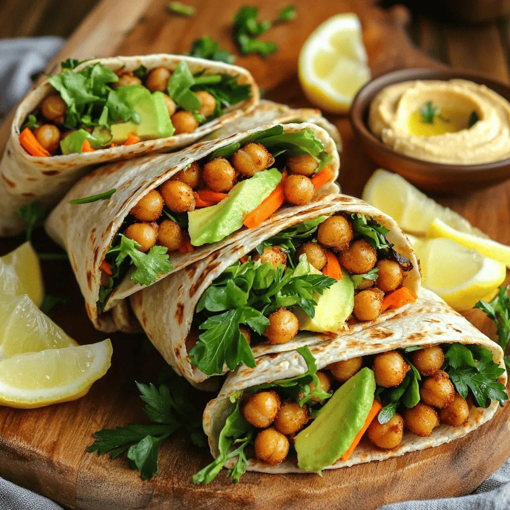 - 1 Dose (425 g) Kichererbsen, abgespült und abgetropft - 4 Vollkorn-Tortillas - 1 Tasse gemischte saisonale Blattsalate (Spinat, Rucola oder Grünkohl) - 1 kleine Karotte, gerieben - ½ rote Paprika, in Scheiben geschnitten - ½ Avocado, in Scheiben geschnitten Kichererbsen sind die Hauptzutat in diesem Rezept. Sie sind reich an Proteinen und Ballaststoffen. Die Tortillas bieten eine tolle Basis. Sie halten die Füllung zusammen, während das frische Gemüse für den Crunch sorgt. - 1 Esslöffel Olivenöl - 1 Teelöffel geräucherte Paprika - 1 Teelöffel Knoblauchpulver - ½ Teelöffel Kreuzkümmel - Salz und Pfeffer nach Geschmack Das Olivenöl hilft, die Kichererbsen zu rösten. Die Gewürze geben Geschmack und Tiefe. Geräucherte Paprika bringt einen besonderen Kick. Kreuzkümmel fügt ein warmes Aroma hinzu. - ½ Tasse Hummus (gekauft oder hausgemacht) - Saft von 1 Zitrone - Frische Kräuter (Petersilie oder Koriander) zur Dekoration Hummus ist eine cremige Ergänzung. Er sorgt für eine köstliche Verbindung der Aromen. Zitronensaft bringt Frische und Lichtheit. Frische Kräuter verleihen Farbe und zusätzlichen Geschmack. Für das vollständige Rezept schauen Sie bitte in die [Full Recipe]. Heize deinen Ofen auf 200 °C vor. Nimm eine Schüssel und gib die Kichererbsen hinein. Füge das Olivenöl, die geräucherte Paprika, das Knoblauchpulver und den Kreuzkümmel hinzu. Streue Salz und Pfeffer nach Geschmack über die Kichererbsen. Mische alles gut, damit die Kichererbsen gleichmäßig gewürzt sind. Breite die gewürzten Kichererbsen gleichmäßig auf einem Backblech aus. Backe die Kichererbsen für 25-30 Minuten. Rühre sie nach der Hälfte der Zeit um. So werden sie knusprig und goldbraun. Während die Kichererbsen backen, bereite die Tortillas vor. Streiche eine großzügige Schicht Hummus auf jede Tortilla. Nach dem Backen lasse die Kichererbsen kurz abkühlen. Lege die gemischten Blattsalate, die geriebene Karotte, die geschnittene rote Paprika und die Avocado auf die Tortillas. Füge eine Handvoll der knusprigen Kichererbsen hinzu. Beträufle die Füllung mit Zitronensaft und streue frische Kräuter darüber. Rolle die Tortillas fest ab und tucke die Seiten ein. Schneide die Wraps diagonal durch, um sie ansprechend zu präsentieren. Für die vollständige Anleitung und weitere Tipps, schau dir das Rezept für die Crispy Kichererbsen-Harvest-Wraps an. Um perfekte, knusprige Kichererbsen zu erhalten, ist die Röstzeit und Temperatur entscheidend. Heize deinen Ofen auf 200 °C vor. Die Kichererbsen brauchen etwa 25 bis 30 Minuten. Rühre sie nach der Hälfte der Zeit um. So werden sie gleichmäßig knusprig. Achte darauf, dass sie goldbraun und trocken sind. So schmecken sie am besten. Hummus ist die perfekte Beilage für deine Wraps. Du kannst verschiedene Sorten ausprobieren. Füge zum Beispiel geröstete Paprika hinzu, um einen süßeren Geschmack zu bekommen. Oder mische etwas Avocado, um die Textur cremiger zu machen. Für einen scharfen Kick kannst du Chili-Paste einrühren. Diese Variationen machen den Hummus spannend und lecker. Die Präsentation macht viel aus! Lege die Wraps auf ein Holzbrett oder einen schönen Teller. Füge Zitronenschnitze hinzu, um frische Farben zu bringen. Eine kleine Schüssel mit zusätzlichem Hummus ist toll zum Dippen. Du kannst auch frische Kräuter darüber streuen. Das sieht nicht nur gut aus, sondern schmeckt auch besser! Für die kompletten Schritte und Anleitungen, schau dir das [Full Recipe] an. {{image_4}} Die Crispy Chickpea Harvest Wraps sind leicht anpassbar. Für Vegetarier sind sie ideal. Für Veganer können Sie einfach den Hummus verwenden. Achten Sie darauf, dass der Hummus keine tierischen Produkte enthält. Sie können auch andere pflanzliche Fette verwenden. Ein gutes Beispiel ist Avocadoöl. Es sorgt für einen tollen Geschmack und ist gesund. Fühlen Sie sich frei, die Wraps nach Ihrem Geschmack zu gestalten. Fügen Sie anderes Gemüse hinzu, wie Gurken, Zucchini oder Tomaten. Frische Kräuter wie Basilikum oder Minze bringen neuen Geschmack. Sie können auch Nüsse oder Samen für einen Crunch hinzufügen. Denke an Sonnenblumenkerne oder Kürbiskerne. Diese Füllungen machen das Gericht noch gesünder und bunter. Wenn Sie keine Vollkorn-Tortillas mögen, probieren Sie andere Varianten. Weiche Tortillas sind eine gute Option. Glutenfreie Tortillas sind auch erhältlich. Oder nutzen Sie Salatblätter für eine Low-Carb-Alternative. Romana oder Eisbergsalat eignen sich hervorragend für Wraps. Diese Optionen machen das Essen leicht und frisch. Für die vollständige Zubereitung und weitere Details, schauen Sie sich das [Full Recipe] an. Um die Wraps frisch zu halten, packe sie in eine luftdichte Box. Lege ein Blatt Küchenpapier zwischen die Wraps. So bleibt die Feuchtigkeit dort, wo sie hingehört. Vermeide es, die Wraps zu stapeln, wenn sie noch warm sind. Lass sie zuerst abkühlen. Meal Prep ist eine großartige Idee! Du kannst die Kichererbsen und das Gemüse im Voraus zubereiten. Backe die Kichererbsen und lagere sie in einem Glas. Bereite das Gemüse frisch vor und lagere es getrennt. So hast du alles bereit, wenn du die Wraps machen willst. Die Wraps bleiben im Kühlschrank etwa drei Tage frisch. Wenn du sie länger aufbewahren willst, lagere die Füllungen und Tortillas getrennt. So bleiben die Tortillas knusprig und das Gemüse frisch. Achte darauf, die Wraps in der Box zu lagern. So vermeidest du, dass sie austrocknen. Die Kichererbsen brauchen etwa 25-30 Minuten im Ofen. Ich empfehle, sie bei 200 °C zu rösten. Nach 15 Minuten rühre ich sie um. So werden sie gleichmäßig knusprig und goldbraun. Achte darauf, dass sie nicht verbrennen. Ein guter Tipp ist, sie nach der Hälfte der Zeit zu probieren. So bekommst du den perfekten Crunch. Ja, du kannst die Wraps einfrieren. Wickel sie gut in Frischhaltefolie ein. So bleiben sie frisch. Ich empfehle, sie nicht mit frischem Gemüse einzufrieren. Das Gemüse kann matschig werden. Du kannst die gefrorenen Wraps einfach im Kühlschrank auftauen lassen. Wenn du sie wieder aufwärmst, lege sie in den Ofen oder die Mikrowelle. So bleiben sie lecker. Hummus passt perfekt zu den Wraps. Du kannst auch andere Dips probieren. Guacamole ist eine tolle Wahl. Salsa bringt eine frische Note. Wenn du etwas Würziges magst, probiere scharfen Joghurt oder scharfe Salsas. Du kannst auch Kräuterquark machen. Das gibt eine schöne Cremigkeit. Experimentiere mit verschiedenen Dips, um deinen Favoriten zu finden. Die Zubereitung köstlicher Wraps ist einfach und macht Spaß. Du hast gelernt, welche Zutaten du brauchst, wie du die Kichererbsen perfekt rösten kannst, und wie du die Wraps zusammenstellst. Denke daran, deine Wraps frisch zu lagern und verschiedene Füllungen auszuprobieren. Sie bieten tolle Optionen für alle Essgewohnheiten. Experimentiere mit deinen Lieblingsdips und genieße dein leckeres Ergebnis. Mit diesen Tipps kannst du deine Wraps zu einem wahren Hit machen. Viel Freude beim Ausprobieren!