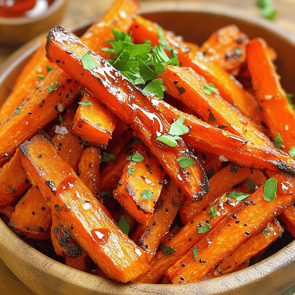Für diese köstlichen Pommes benötigst du nur ein paar frische Zutaten. Hier sind die Hauptzutaten: - 4 große Karotten, geschält und in friesartige Streifen geschnitten - 2 Esslöffel Olivenöl - 2 Esslöffel Sriracha-Sauce - 1 Teelöffel Knoblauchpulver - 1 Teelöffel Zwiebelpulver - 1 Teelöffel geräuchertes Paprikapulver - Salz und Pfeffer, nach Geschmack - Frische Petersilie, gehackt (zur Garnitur) Die Würzmischung macht den Unterschied. Ich liebe die Kombination aus Sriracha und geräuchertem Paprikapulver. Diese Gewürze verleihen den Karotten eine tolle Tiefe. Du kannst die Sriracha-Sauce nach deinem Geschmack anpassen. Magst du es scharf? Füge mehr Sriracha hinzu. Möchtest du es milder? Reduziere die Menge. Wähle frische, knackige Karotten. Achte auf eine leuchtende Farbe und vermeide welke oder schrumpelige Exemplare. Bio-Karotten sind oft süßer und schmackhafter. Wenn du auf den Geschmack achtest, kannst du auch verschiedene Karottensorten ausprobieren. Es gibt süßere Varianten, die deine Pommes noch besser machen. Für das vollständige Rezept und die Zubereitung, schau dir die [Full Recipe] an. Zuerst schälen Sie die Karotten. Dann schneiden Sie sie in friesartige Streifen. Achten Sie darauf, dass alle Streifen gleich dick sind. So garen sie gleichmäßig. Dies ist wichtig für eine gute Textur. Wenn die Karotten gleichmäßig geschnitten sind, haben Sie die perfekte Grundlage für Ihr Gericht. In einer großen Schüssel mischen Sie das Olivenöl, die Sriracha-Sauce, das Knoblauchpulver, das Zwiebelpulver und das geräucherte Paprikapulver. Fügen Sie Salz und Pfeffer hinzu. Rühren Sie alles gut um, bis die Marinade gleichmäßig ist. Geben Sie die Karottenstreifen dazu. Werfen Sie sie vorsichtig in der Marinade, bis sie vollständig bedeckt sind. Dies gibt den Karotten ihren würzigen Geschmack. Heizen Sie den Ofen auf 220 °C vor. Legen Sie ein Backblech mit Backpapier aus. Verteilen Sie die Karotten-Pommes auf dem Blech. Achten Sie darauf, dass sie sich nicht überlappen. Rösten Sie die Karotten für 20 bis 25 Minuten. Wenden Sie sie nach der Hälfte der Zeit, damit sie gleichmäßig garen. Diese Technik sorgt für einen knusprigen Rand. Nach dem Rösten lassen Sie die Pommes kurz abkühlen. Garnieren Sie sie mit frisch gehackter Petersilie. Servieren Sie die Sriracha Röstkarotten-Pommes warm und genießen Sie das würzige Geschmackserlebnis. Um die besten Röstergebnisse zu erzielen, achte auf die Karotten. Wähle frische, feste Karotten ohne weiche Stellen. Schneide die Karotten gleichmäßig. So garen sie gleichmäßig. Verteile die Karotten-Pommes auf dem Blech. Lass genug Platz zwischen den Pommes. Zu dicht beieinander bedeutet, dass sie nicht knusprig werden. Wende die Pommes zur Hälfte der Garzeit. So werden alle Seiten schön braun. Du kannst die Sriracha-Röstkarotten-Pommes ganz nach deinem Geschmack variieren. Füge zum Beispiel etwas Honig hinzu, um eine süße Note zu bekommen. Oder probiere verschiedene Gewürze wie Kreuzkümmel oder Curry. Du kannst auch andere Gemüsesorten verwenden. Süßkartoffeln oder Zucchini passen gut dazu. Experimentiere mit der Sriracha-Sauce. Mehr für schärfere Pommes oder weniger für mildere Pommes. Präsentiere die Röstkarotten-Pommes in einer Papiertüte. Das sieht toll aus und macht Spaß. Du kannst auch eine rustikale Holzschale verwenden. Serviere dazu eine kleine Schüssel Sriracha zum Dippen. Das bringt noch mehr Geschmack. Denk daran, frische Petersilie zum Garnieren zu verwenden. Sie sorgt für einen tollen Farbkontrast und frischen Geschmack. Für ein geselliges Essen, kombiniere die Pommes mit anderen Snacks. {{image_4}} Um die Sriracha-Röstkarotten-Pommes frisch zu halten, lege sie in einen luftdichten Behälter. Stelle sicher, dass der Behälter gut verschlossen ist. So bleiben die Pommes knusprig und schmackhaft. Wenn du keine Luftzirkulation zulässt, werden die Pommes weich. Wenn du die Karotten-Pommes aufwärmen möchtest, benutze den Ofen. Heize ihn auf 180 °C vor. Lege die Pommes auf ein Backblech und röste sie für ungefähr 10 Minuten. So werden sie wieder warm und knusprig. Vermeide die Mikrowelle, da sie die Pommes matschig machen kann. Die Reste der Sriracha-Röstkarotten-Pommes halten sich im Kühlschrank etwa drei bis vier Tage. Achte darauf, sie in einem luftdichten Behälter aufzubewahren. Wenn du sie länger aufbewahren möchtest, kannst du sie auch einfrieren. So bleiben sie bis zu drei Monate frisch. Um sie später zu genießen, taue sie einfach im Kühlschrank auf und wärme sie wie oben beschrieben auf. Sriracha-Röstkarotten-Pommes sind großartig, aber du kannst auch andere Gemüsesorten verwenden. Süßkartoffeln sind eine tolle Wahl. Sie haben eine natürliche Süße und passen gut zur würzigen Sriracha. Zucchini-Streifen sind ebenfalls lecker. Sie werden beim Rösten knusprig und nehmen die Aromen gut auf. Um diese Optionen zu nutzen, schneide das Gemüse in ähnliche Größen wie die Karotten. So garen sie gleichmäßig. Die Zubereitung bleibt gleich. Die Gewürze und die Sriracha-Sauce machen auch hier den Unterschied. Für eine vegane Version der Röstkarotten-Pommes kannst du die Sriracha-Sauce und die Gewürze einfach so verwenden. Die Karotten sind von Natur aus vegan. Wenn du Olivenöl vermeiden möchtest, kannst du ein anderes Pflanzenöl nehmen. Kokosöl gibt einen interessanten Geschmack. Die Pommes bleiben knackig und köstlich. Du kannst auch etwas Ahornsirup hinzufügen, um die Süße zu erhöhen. Das passt gut zur Schärfe der Sriracha. Die Gewürze machen den Unterschied. Wenn du es milder magst, reduziere die Sriracha-Sauce. Füge stattdessen etwas Honig oder Zucker hinzu. Das gibt einen süßen Kontrast. Für einen exotischen Kick kannst du Kreuzkümmel oder Curry-Pulver verwenden. Diese Gewürze bringen einen neuen Geschmack in die Pommes. Sei kreativ und finde deine Lieblings-Kombination. Du musst nicht immer gleich bleiben. Probiere einfach verschiedene Gewürze aus und finde heraus, was dir am besten schmeckt. Um Karotten für Pommes zu schneiden, beginne mit großen, frischen Karotten. Halbiere jede Karotte der Länge nach. Schneide dann jede Hälfte in gleichmäßige Streifen. Die Streifen sollten etwa ein Zentimeter dick sein. So garen sie gleichmäßig und werden schön knusprig. Achte darauf, dass alle Stücke ähnlich groß sind. Das sorgt für eine gleichmäßige Röstung. Ja, du kannst die Sriracha-Sauce reduzieren. Wenn du es milder magst, nimm weniger Sriracha. Du kannst auch etwas Honig oder Zucker hinzufügen, um die Schärfe auszugleichen. So bleibt der Geschmack toll, ohne zu scharf zu sein. Probiere verschiedene Mengen aus, um deine perfekte Balance zu finden. Es ist wichtig, die Sauce nach deinem Geschmack anzupassen. Gute Dips für Röstkarotten-Pommes sind Joghurt-Dips oder Hummus. Ein Avocado-Dip passt auch hervorragend. Du kannst auch einfach die Sriracha-Sauce verwenden. Für etwas Frisches probiere einen Kräuterquark. Alle diese Dips ergänzen den würzigen Geschmack der Pommes. Experimentiere mit verschiedenen Dips, um neue Aromen zu entdecken. Sriracha-Röstkarotten-Pommes sind eine einfache, leckere Wahl. Du hast gelernt, welche Zutaten du brauchst und wie man sie zubereitet. Die Tipps helfen dir, das beste Ergebnis zu erzielen. Vergiss nicht, deine Reste richtig zu lagern. Probiere verschiedene Varianten und gewürze aus, um den Geschmack zu variieren. Jetzt bist du bereit, diese köstlichen Pommes zu genießen!