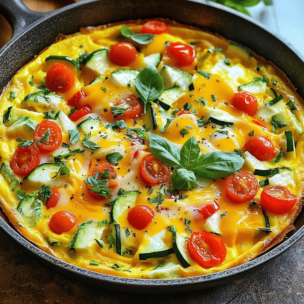 - Eier und Milch: Du brauchst 6 große Eier und 1/4 Tasse Milch. Diese machen die Frittata cremig und lecker. - Gemüseauswahl: Wähle frisches Gemüse wie Spinat, Paprika, Zucchini und Kirschtomaten. Ich mag es, die Farben zu mischen. Das sieht schön aus und schmeckt gut. - Gewürze und Käse: Füge Salz, Pfeffer und 1 Tasse geriebenen Cheddarkäse hinzu. Der Käse schmilzt und gibt der Frittata einen tollen Geschmack. Diese Zutaten sind die Basis für deine bunte Gemüse- und Käse-Frittata. Du kannst je nach Vorliebe auch andere Gemüsesorten verwenden. Für das Full Recipe schau dir die vollständige Anleitung an. 1. Eier und Milch verquirlen: Nimm eine große Schüssel. Gib die Eier und die Milch hinein. Verquirle die Mischung mit einem Schneebesen. Mache es schaumig. Würze mit Salz und Pfeffer. 2. Gemüse schneiden und vorbereiten: Nimm frisches Gemüse. Schneide die Kirschtomaten in Hälften. Würfle die Paprika und die Zucchini. Hacke die Zwiebel fein. Den Spinat kannst du einfach grob hacken. 3. Ofen vorheizen: Heize deinen Ofen auf 190 °C vor. So ist er bereit, wenn die Frittata fertig ist. 1. Gemüse anbraten: Nimm eine ofenfeste Pfanne. Füge das Olivenöl hinzu und erhitze es bei mittlerer Hitze. Gib die gehackten Zwiebeln in die Pfanne. Brate sie 3-4 Minuten, bis sie glasig sind. 2. Eiermischung hinzufügen und vermengen: Füge die gewürfelten Paprika und Zucchini hinzu. Koche sie 3-4 Minuten. Sie sollten weich werden. Rühre dann den Spinat und die Kirschtomaten ein. Koche für 1-2 Minuten. Jetzt gieße die Eiermischung über das Gemüse. Rühre vorsichtig um. 3. Frittata im Ofen backen: Lass die Frittata auf dem Herd 2-3 Minuten köcheln. Die Ränder sollten fest werden. Stelle die Pfanne dann in den Ofen. Backe die Frittata 15-20 Minuten. Sie sollte in der Mitte fest sein und goldbraun aussehen. 1. Abkühlen lassen und in Stücke schneiden: Nimm die Pfanne aus dem Ofen. Lass die Frittata einige Minuten abkühlen. Schneide sie dann in Stücke. 2. Garnieren mit frischen Kräutern: Garniere die Frittata mit frisch gehackten Kräutern. Basilikum oder Petersilie sind eine gute Wahl. Diese Schritte helfen dir, eine leckere Frittata zu machen. Du kannst das Rezept auch anpassen. Probier die bunte Gemüse- & Käse-Frittata aus dem [Full Recipe]. Um die perfekte Konsistenz zu erreichen, achte auf die Backzeit. Eine Frittata braucht meist 15 bis 20 Minuten im Ofen. Du erkennst, dass sie fertig ist, wenn die Mitte fest und leicht goldbraun ist. Eine ofenfeste Pfanne ist ein Muss. Diese Pfanne kann sowohl auf dem Herd als auch im Ofen verwendet werden. So kannst du die Frittata gleichmäßig garen. Vermeide es, das Gemüse zu stark zu sautieren. Wenn du es zu lange brätst, wird es matschig und verliert seinen Geschmack. Achte darauf, die Eiermischung nicht zu überkochen. Zu hohe Hitze kann die Eier hart machen. Lass sie sanft und gleichmäßig garen, um eine fluffige Textur zu erhalten. Richte die Frittata ansprechend an. Lege sie auf ein großes platter und garniere sie mit frischen Kräutern. Das gibt nicht nur Farbe, sondern auch Geschmack. Du kannst auch frische Gemüsesticks als Beilage anbieten. Diese sorgen für einen schönen Kontrast und machen das Gericht noch bunter. Für das beste Ergebnis folge der [Full Recipe]. {{image_4}} Du kannst die Frittata leicht anpassen. Verwende saisonales Gemüse für frische Aromen. Zum Beispiel sind Spargel und Erbsen im Frühling lecker. Im Sommer passen Zucchini und Tomaten perfekt. Im Herbst kannst du Kürbis oder Rosenkohl verwenden. Im Winter sind Wurzelgemüse wie Karotten oder Rüben ideal. Kombiniere auch Pilze oder Brokkoli. Pilze bringen einen herzhaften Geschmack. Brokkoli fügt eine tolle Textur hinzu. Experimentiere mit verschiedenen Kombinationen, um deinen Lieblingsgeschmack zu finden. Die Käsewahl macht einen großen Unterschied. Du kannst jeden Käse verwenden, den du magst. Vegetarische Käseoptionen sind eine gute Wahl für alle, die Milchprodukte vermeiden. Probiere Mozzarella für einen milden Geschmack oder Feta für mehr Würze. Würziger Käse wie Pepper Jack oder Blauschimmelkäse sorgt für einen besonderen Kick. Diese Varianten lassen die Frittata aufregend und einzigartig schmecken. Hast du spezielle Ernährungsbedürfnisse? Mache eine vegane Frittata mit Eiersatz. Zum Beispiel kannst du Kichererbsenmehl verwenden. Mische es mit Wasser, um eine ähnliche Konsistenz wie Eier zu erhalten. Für eine glutenfreie Frittata achte darauf, glutenfreie Zutaten zu wählen. Viele frische Gemüse sind von Natur aus glutenfrei. So kannst du das Gericht genießen, ohne auf den Geschmack zu verzichten. Für das vollständige Rezept, schau dir die bunte Gemüse- & Käse-Frittata an. Um die Frittata frisch zu halten, lagere sie im Kühlschrank. Schneide die Frittata in Stücke und lege sie in einen luftdichten Behälter. So bleibt sie für 3 bis 4 Tage gut. Wenn du die Frittata länger aufbewahren willst, friere die Stücke ein. Nutze einen gefrierfesten Behälter oder Folie. So kannst du sie bis zu 2 Monate aufbewahren. Die Frittata hält sich im Kühlschrank etwa 3 bis 4 Tage. Nach dieser Zeit kann der Geschmack und die Textur sich ändern. Sie wird möglicherweise trocken oder gummiartig. Achte darauf, die Frittata vor dem Essen gut zu prüfen. Um die Frittata wieder aufzuwärmen, nutze den Ofen oder die Mikrowelle. Im Ofen, heize ihn auf 175 °C vor und backe die Frittata etwa 10 Minuten. In der Mikrowelle erwärmst du sie in 30-Sekunden-Intervallen. Vermeide es, die Frittata zu lange zu erhitzen, um Trockenheit zu verhindern. Ein paar Tropfen Wasser auf die Frittata helfen, sie feucht zu halten. Eine Frittata hält sich im Kühlschrank etwa 3 bis 4 Tage. Achte darauf, sie in einem luftdichten Behälter zu lagern. Wenn du sie länger aufbewahren willst, friere sie ein. Ja, du kannst die Frittata im Voraus zubereiten. Koche sie einfach und lasse sie abkühlen. Danach kannst du sie im Kühlschrank aufbewahren. So hast du eine schnelle, gesunde Mahlzeit bereit. Um die Frittata gesünder zu machen, kannst du weniger Käse verwenden oder mehr Gemüse hinzufügen. Du kannst auch fettarme Milch oder pflanzliche Milch nehmen. Das spart Kalorien, ohne den Geschmack zu verlieren. Zu einer Frittata passen frische Salate, Brot oder Gemüse-Sticks sehr gut. Ein Joghurt-Dip ist auch eine leckere Wahl. Diese Beilagen sorgen für einen guten Kontrast und runden das Gericht ab. Die Frittata stammt aus Italien. Ihr Name kommt vom Wort „fritto“, was „gebraten“ bedeutet. Diese Speise ist eine einfache Art, Eier zuzubereiten und Gemüse zu verwerten. Eine Frittata ist vielseitig und einfach zuzubereiten. Wir haben die Hauptzutaten wie Eier, Gemüse und Käse besprochen. Die Schritt-für-Schritt-Anleitung hilft, die Zubereitung zu meistern. Du hast Tipps für die perfekte Konsistenz und häufige Fehler kennengelernt. Variiere mit verschiedenen Gemüsesorten und Käse, um neue Geschmäcker zu entdecken. Das richtige Lagern und Aufbewahren verlängert die Haltbarkeit. Egal, ob du sie jetzt zubereitest oder später genießt, viel Spaß mit deiner leckeren Frittata!
