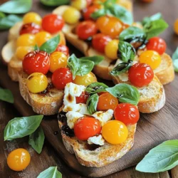 - 1 französisches Baguette, in 1,5 cm dicke Scheiben geschnitten - 1 Tasse Kirschtomaten, halbiert - 1 Kugel Burrata-Käse (ca. 225 g) - 2 Esslöffel frisches Basilikum, gehackt - 1 Esslöffel Balsamico-Glasur - 2 Esslöffel natives Olivenöl extra - Salz und Pfeffer nach Geschmack Die Hauptzutaten für Burrata Bruschetta sind einfach, aber voller Geschmack. Das Baguette bringt die perfekte Basis. Es hat eine knusprige Kruste und ein weiches Inneres. Die Kirschtomaten sorgen für Frische und eine süße Note. Burrata ist der Star. Sie ist cremig und schmilzt fast im Mund. Frisches Basilikum gibt einen schönen, grünen Farbklecks und einen intensiven Geschmack. Die Balsamico-Glasur sorgt für eine süße und saure Balance. Olivenöl, Salz und Pfeffer runden das Ganze ab. Jedes Element spielt eine wichtige Rolle in dieser Kombination. Es ist wichtig, frische Zutaten zu wählen. Das hebt den Geschmack der Bruschetta. Für die besten Ergebnisse sollten die Zutaten in guter Qualität sein. Für das vollständige Rezept und die Zubereitung können Sie [Full Recipe] konsultieren. Heize deinen Ofen auf 200°C vor. Das sorgt dafür, dass das Brot schön knusprig wird. Schneide ein französisches Baguette in 1,5 cm dicke Scheiben. Lege die Baguettescheiben auf ein Backblech. Bestreiche sie leicht mit Olivenöl. Jetzt kommen wir zu den Tomaten. Halbiere eine Tasse Kirschtomaten in einer Rührschüssel. Füge zwei Esslöffel frisches, gehacktes Basilikum hinzu. Gib einen Esslöffel Olivenöl, Salz und Pfeffer dazu. Mische alles gut und lasse es für etwa 10 Minuten ziehen. So entfalten sich die Aromen besser. Jetzt backen wir die Baguettescheiben. Schiebe das Backblech in den Ofen und backe das Brot für 5-7 Minuten. Es sollte goldbraun und knusprig werden. Wenn die Scheiben leicht abgekühlt sind, nimm sie aus dem Ofen. Gib einen großzügigen Löffel der Tomatenmischung auf jede Baguettescheibe. Zerreiße den Burrata-Käse in kleine Stücke. Platziere die Stücke auf der Tomatenmischung. Das gibt dem Gericht eine cremige Note. Beträufle die Bruschetta mit Balsamico-Glasur. Jetzt kommt der schöne Teil – das Anrichten. Arrangiere die Bruschetta auf einem Holzbrett oder einer schönen Platte. Streue frische Basilikumblätter rundherum. Das sieht toll aus! Serviere die Bruschetta sofort, solange das Brot noch warm ist. So schmeckt es am besten! Für das komplette Rezept schaue dir das [Full Recipe] an. - Die richtige Brotauswahl Wähle ein frisches französisches Baguette. Es hat die perfekte Textur. Ein knuspriger, goldbrauner Rand gibt dem Snack seinen Charme. - Optimale Temperatur und Backzeit Heize den Ofen auf 200°C vor. Backe die Baguettescheiben für 5-7 Minuten. Sie sollten knusprig, aber nicht zu hart sein. - Alternativen zu klassischen Zutaten Probiere verschiedene Tomatensorten. Gelbe oder grüne Tomaten bringen Farbe und neuen Geschmack. Füge auch Oliven oder Avocado hinzu. - Verwendung von Gewürzen und Kräutern Experimentiere mit Kräutern wie Oregano oder Thymian. Ein Hauch von Knoblauch kann auch einen tollen Kick geben. Nutze frische Kräuter für mehr Aroma. Diese Tipps helfen dir, die perfekte Burrata Bruschetta zu kreieren. Für das vollständige Rezept schau dir die Full Recipe an. {{image_4}} Burrata Bruschetta bietet viele Möglichkeiten. Die klassische Version ist immer lecker. Aber warum nicht etwas Neues ausprobieren? - Mediterrane Variation mit Oliven: Fügen Sie gehackte schwarze oder grüne Oliven hinzu. Sie geben einen salzigen, herzhaften Geschmack. Das passt perfekt zur cremy Burrata. - Würzige Variante mit Chili: Wenn Sie es scharf mögen, dann probieren Sie frische Chiliflocken. Streuen Sie diese über die Tomatenmischung. Das gibt Ihrer Bruschetta einen tollen Kick. Die Jahreszeiten bieten viele tolle Ideen für Burrata Bruschetta. Nutzen Sie frische Zutaten aus Ihrer Umgebung. - Herbstliche Kombinationen mit Kürbis: Nutzen Sie kleine, geröstete Kürbiswürfel. Diese bringen eine süße Note. Kombinieren Sie sie mit Burrata, das ist himmlisch! - Frühlingsfrische mit Erbsen: In der Frühlingszeit sind frische Erbsen perfekt. Mischen Sie diese mit den Tomaten. Sie bringen Farbe und Geschmack in Ihr Gericht. Entdecken Sie diese Variationen und passen Sie das Rezept an Ihre Vorlieben an. Mit diesen Ideen wird Ihre Burrata Bruschetta immer spannend und neu. Für das vollständige Rezept schauen Sie sich [Full Recipe] an. Um Burrata Bruschetta frisch zu halten, bewahren Sie die Reste am besten getrennt auf. Lagern Sie die Bruschetta in einem luftdichten Behälter. Das schützt die Zutaten vor Feuchtigkeit und Gerüchen aus dem Kühlschrank. Haltbarkeit im Kühlschrank: - Die Reste halten sich etwa 2 Tage. - Das Brot kann weich werden, also essen Sie es schnell. - Wenn Sie die Tomatenmischung frisch halten wollen, bewahren Sie diese separat auf. Ich empfehle, Burrata Bruschetta nicht einzufrieren. Das Brot wird matschig und der Burrata verliert seine Textur. Wenn Sie dennoch Reste einfrieren möchten, hier sind einige Tipps: - Tipps zum Einfrieren: - Frieren Sie nur die Tomatenmischung ein. - Verwenden Sie einen luftdichten Behälter oder Gefrierbeutel. - Beschriften Sie den Behälter mit Datum und Inhalt. - Auftauen: - Lassen Sie die Tomatenmischung im Kühlschrank über Nacht auftauen. - Vor dem Servieren können Sie frisches Brot rösten und die Mischung darauf geben. Die beste Option bleibt, Burrata Bruschetta frisch zu genießen. Für das volle Geschmackserlebnis empfehle ich, die [Full Recipe] direkt zu nutzen. Burrata hat einen milden, cremigen Geschmack. Der Käse ist weich und leicht salzig. Wenn du ihn schneidest, läuft die cremige Füllung heraus. Diese Textur passt perfekt zu knusprigem Brot. Die Kombination macht Burrata besonders lecker. Ein Hauch von frischem Basilikum hebt den Geschmack zusätzlich. Ja, du kannst Burrata ersetzen. Eine gute Alternative ist Mozzarella. Er hat eine ähnliche Textur, ist aber fester. Ricotta ist eine weitere Option, wenn du etwas Cremiges möchtest. Für einen intensiveren Geschmack kannst du auch Ziegenkäse verwenden. Diese Käsesorten bringen ihre eigenen Aromen mit und können gut harmonieren. Kirschtomaten halten sich etwa eine Woche. Lagere sie an einem kühlen, dunklen Ort. Das Baguette bleibt frisch für zwei bis drei Tage, wenn du es in einer Papiertüte aufbewahrst. Basilikum ist am besten frisch und hält etwa fünf Tage im Kühlschrank. Wenn du die Zutaten richtig lagerst, bleiben sie länger frisch. Bruschetta ist einfach und vielseitig. Du benötigst frische Zutaten wie Baguette, Kirschtomaten und Burrata. Die Zubereitung ist unkompliziert: Es heißt, Ofen vorheizen, Baguettescheiben knusprig backen und die Mischung anrichten. Variiere die Zutaten für neue Geschmackserlebnisse, zum Beispiel mit Oliven oder Chili. Die Lagerung ist ebenfalls einfach, folge unseren Tipps für Haltbarkeit. Experimentiere mit Aromen und genieße die Frische jeder Saison. Mit diesen Ideen wird deine Bruschetta zum Hit. Lass deiner Kreativität freien Lauf!