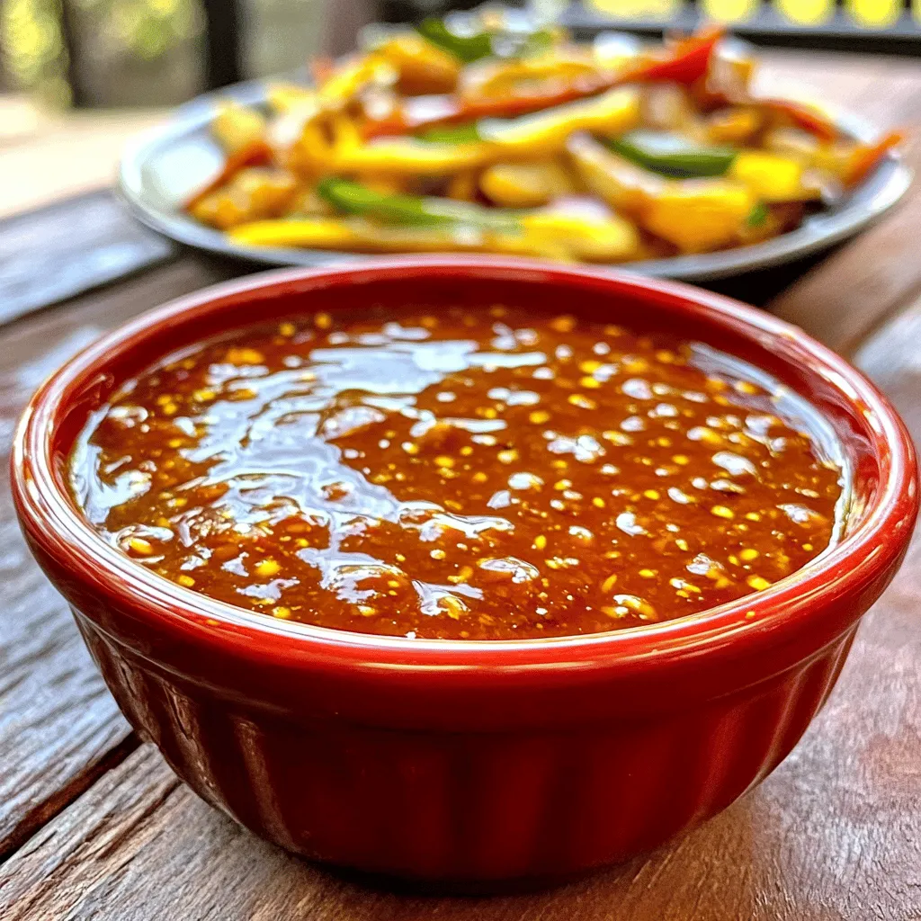 Die Schezwan-Sauce hat einige Hauptzutaten, die du brauchst. Hier sind sie: - 10-12 getrocknete rote Chilischoten (Kashmiri oder eine milde Sorte) - 4 Knoblauchzehen, fein gehackt - 1 Esslöffel frischer Ingwer, fein gehackt - 1 kleine Zwiebel, fein gewürfelt - 2 Esslöffel Pflanzenöl - 1 Esslöffel Sojasauce - 1 Esslöffel Essig (weiß oder Apfelessig) - 1 Teelöffel Zucker - 1 Teelöffel Sesamöl (für das Aroma) - Salz nach Geschmack - 1/2 Tasse Wasser Diese Zutaten sind essenziell für den scharfen und aromatischen Geschmack. Die getrockneten Chilis geben die scharfe Note. Knoblauch und Ingwer bringen auch viel Aroma. Falls du einige Zutaten nicht hast, hier sind einige Alternativen: - Verwende frische rote Chilis anstelle von getrockneten, wenn du einen frischeren Geschmack willst. - Statt Sojasauce kannst du Tamari für eine glutenfreie Option nutzen. - Wenn du keinen Essig hast, probiere Zitronensaft für die Säure. Diese Alternativen können den Geschmack leicht verändern, aber die Sauce bleibt lecker. Achte bei der Auswahl der Zutaten auf folgende Punkte: - Wähle frische Knoblauchzehen, die fest sind und keinen grünen Sprieß haben. - Suche nach hellroten, glänzenden Chilischoten. Diese sind frisch und haben mehr Geschmack. - Verwende hochwertiges Pflanzenöl, um die Aromen zu verbessern. Gute Zutaten machen den Unterschied. Sie bringen die besten Geschmäcker in deine Schezwan-Sauce. Weitere Details findest du im Full Recipe. Um die getrockneten Chilischoten vorzubereiten, brauchen wir Wasser. Geben Sie 10-12 getrocknete rote Chilischoten in eine Schüssel. Übergießen Sie sie mit heißem Wasser. Lassen Sie sie 20-30 Minuten einweichen. So werden die Schoten weich und einfach zu verarbeiten. Nachdem die Chilischoten eingeweicht sind, lassen Sie sie abtropfen. Geben Sie die Schoten in einen Mixer. Fügen Sie nach Bedarf Wasser hinzu, um ein Pürieren zu erleichtern. Pürieren Sie die Schoten, bis sie eine glatte Paste bilden. Diese Chilipaste ist die Basis für Ihre Schezwan-Sauce. Erhitzen Sie 2 Esslöffel Pflanzenöl in einer Pfanne bei mittlerer Hitze. Fügen Sie 4 fein gehackte Knoblauchzehen, 1 Esslöffel frischen Ingwer und 1 kleine gewürfelte Zwiebel hinzu. Sautieren Sie die Mischung, bis die Zwiebeln weich sind, etwa 3-4 Minuten. Rühren Sie dann die Chilipaste hinein. Kochen Sie die Mischung für 2-3 Minuten. Jetzt fügen Sie die Sojasauce, den Essig, den Zucker, das Sesamöl und Salz hinzu. Gießen Sie allmählich 1/2 Tasse Wasser hinein, um die Sauce zu verdünnen. Lassen Sie die Sauce 5-10 Minuten köcheln. Rühren Sie gelegentlich um. Nehmen Sie die Pfanne vom Herd, wenn die Sauce die gewünschte Konsistenz erreicht hat. Lassen Sie die Sauce abkühlen und füllen Sie sie in ein sterilisiertes Glas. Bewahren Sie die abgekühlte Sauce im Kühlschrank auf. Diese einfache und würzige Schezwan-Sauce wird sicher Ihr neues Lieblingsrezept! Ein häufiger Fehler ist die Auswahl der falschen Chilis. Verwende milde Sorten, wie Kashmiri-Chilis. Diese geben Farbe, nicht nur Schärfe. Ein weiterer Fehler ist das Überkochen der Sauce. Lasse sie sanft köcheln, um die Aromen zu bewahren. Achte auch darauf, die Sauce nicht zu salzig zu machen. Schmecke sie während des Kochens ab. Du kannst den Geschmack leicht ändern. Wenn du es süßer magst, füge mehr Zucker hinzu. Für eine saure Note hilft Essig. Möchtest du mehr Würze? Nutze scharfe Chilis oder Chiliöl. Experimentiere mit den Zutaten. So findest du die perfekte Balance, die dir gefällt. Die Qualität der Zutaten macht einen großen Unterschied. Nutze frisches Pflanzenöl und hochwertiges Sesamöl. Diese Öle bringen den echten Geschmack hervor. Verwende auch frische Gewürze, wenn möglich. Sie haben mehr Aroma. Für die beste Schezwan-Sauce achte darauf, dass alles frisch ist. So erhältst du einen volleren Geschmack. {{image_4}} Szechuan-Sauce kann mild oder scharf sein. Wenn Sie es lieber mild mögen, verwenden Sie weniger Chilischoten. Wählen Sie milde Sorten, wie Kashmiri-Chilis. Für mehr Schärfe, fügen Sie mehr getrocknete Chilis hinzu. Sie können auch frische rote Chilis verwenden. Diese machen die Sauce noch schärfer. Experimentieren Sie mit der Menge, um Ihre perfekte Balance zu finden. Sie können auch Gemüse oder Nüsse zur Sauce hinzufügen. Gemüse wie Paprika, Karotten oder Zucchini passen gut. Diese Zutaten geben der Sauce Textur und Frische. Für einen knusprigen Biss, fügen Sie geröstete Erdnüsse oder Cashewkerne hinzu. Das gibt einen tollen Geschmack und macht die Sauce interessanter. Diese Variationen machen die Sauce noch vielseitiger. Szechuan-Sauce ist nicht nur für die Dips geeignet. Verwenden Sie sie in Wok-Gerichten oder als Marinade. Sie passt gut zu gebratenem Tofu oder Hähnchen. Diese Sauce kann auch als Dressing für Salate dienen. Mischen Sie sie mit Nudeln für ein schnelles Abendessen. Die Möglichkeiten sind endlos. Entdecken Sie verschiedene Wege, um diese leckere Sauce zu verwenden. Um Ihre hausgemachte Schezwan-Sauce frisch zu halten, verwenden Sie ein sauberes, trockenes Glas. Achten Sie darauf, dass das Glas gut verschlossen ist. Lagern Sie die Sauce im Kühlschrank. So bleiben die Aromen stark und frisch. Im Kühlschrank hält die Sauce etwa zwei bis drei Wochen. Wenn Sie die Haltbarkeit verlängern wollen, können Sie die Sauce einfrieren. In einem luftdichten Behälter bleibt sie bis zu drei Monate haltbar. Denken Sie daran, die Sauce vor der Verwendung gut aufzutauen. Haben Sie Reste? Keine Sorge! Sie können die Sauce in vielen Gerichten verwenden. Fügen Sie sie zu gebratenem Gemüse, Nudeln oder Reis hinzu. Auch als Dip für Snacks ist sie lecker. Experimentieren Sie und finden Sie Ihre Lieblingskombinationen. Die homemade Schezwan-Sauce hält sich gut im Kühlschrank. Du kannst sie dort bis zu zwei Wochen lagern. Achte darauf, sie in einem luftdichten Behälter zu verstauen. Wenn du die Sauce länger aufbewahren willst, friere sie ein. In einem gefrierfesten Behälter bleibt sie bis zu drei Monate frisch. Ja, frische Zutaten sind eine tolle Wahl. Du kannst frische rote Chilischoten verwenden. Diese geben der Sauce einen anderen Geschmack. Du solltest die Menge anpassen, da frische Chilis oft schärfer sind. Außerdem kannst du frischen Knoblauch und Ingwer benutzen. Achte darauf, sie gut zu hacken, damit sie gleichmäßig kochen. Mit Schezwan-Sauce kannst du viele Gerichte zubereiten. Sie passt gut zu gebratenem Gemüse oder Nudeln. Du kannst sie auch als Dip für Frühlingsrollen verwenden. Ein weiteres leckeres Gericht ist das Würzen von Reis. Du kannst die Sauce sogar zu Marinaden für Fleisch oder Tofu hinzufügen. Auf diese Weise erhältst du ein würziges Gericht voller Geschmack. Die Schezwan-Sauce ist ein leckeres Highlight in vielen Gerichten. Wir haben die Hauptzutaten besprochen und Alternativen vorgestellt. Ich zeige dir, wie du die Sauce einfach zubereitest. Du hast Tipps und Tricks gelernt, um häufige Fehler zu vermeiden und den Geschmack anzupassen. Außerdem hast du Variationen und Lagertipps entdeckt. Nutze diese Informationen, um deine Küche zu bereichern. Experimentiere mit den Zutaten und find heraus, was dir am besten schmeckt. Viel Spaß beim Kochen!