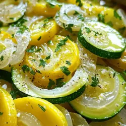 Für dieses einfache Rezept brauchst du folgende Hauptzutaten: - 2 mittelgroße Zucchini, in Scheiben geschnitten - 2 mittelgroße gelbe Kürbisse, in Scheiben geschnitten - 1 große Zwiebel, dünn geschnitten - 3 Esslöffel Olivenöl - 2 Zehen Knoblauch, fein gehackt - 1 Teelöffel frischer Thymian, gehackt (oder ½ Teelöffel getrockneter Thymian) - 1 Teelöffel Salz - ½ Teelöffel frisch gemahlener schwarzer Pfeffer - ¼ Tasse geriebener Parmesan (optional) - Frische Petersilie, gehackt (zur Garnitur) Diese Zutaten sind frisch und einfach zu finden. Sie geben dem Gericht Farbe und Geschmack. Um deinen Zucchini und Zwiebeln mehr Tiefe zu geben, kannst du einige optionale Zutaten hinzufügen: - Eine Prise Paprika für mehr Würze - Frische Kräuter wie Basilikum oder Oregano - Ein Spritzer Zitrone für frische Noten - Chili-Flocken für etwas Schärfe Diese Extras machen das Gericht interessanter und einzigartig. Wähle frische Zucchini und Kürbisse mit diesen Tipps aus: - Suche nach glatten, glänzenden Haut. - Vermeide Zucchini mit dunklen Flecken oder Druckstellen. - Achte darauf, dass sie fest sind, wenn du sie drückst. - Wähle kleinere Exemplare, die zarter sind. Frisches Gemüse macht den Unterschied in jedem Gericht, auch in diesem. Wenn du diese Tipps befolgst, wirst du sicher die besten Zutaten finden. Für das komplette Rezept schaue dir die [Full Recipe] an. Beginnen Sie mit der Vorbereitung. Sie werden 2 mittelgroße Zucchini und 2 gelbe Kürbisse brauchen. Schneiden Sie sie in dünne Scheiben. Nehmen Sie auch 1 große Zwiebel und schneiden Sie sie dünn. Außerdem benötigen Sie 3 Esslöffel Olivenöl und 2 Zehen Knoblauch. Hacken Sie den Knoblauch fein. Bereiten Sie 1 Teelöffel frischen Thymian vor, oder nutzen Sie ½ Teelöffel getrockneten Thymian. Schließlich brauchen Sie 1 Teelöffel Salz und ½ Teelöffel frisch gemahlenen schwarzen Pfeffer. Optional ist ¼ Tasse geriebener Parmesan. Frische Petersilie zum Garnieren macht das Gericht schön. Erhitzen Sie das Olivenöl in einer großen Pfanne bei mittlerer Hitze. Geben Sie die geschnittenen Zwiebeln in die Pfanne. Sautieren Sie sie für etwa 5 Minuten, bis sie weich und glasig sind. Fügen Sie dann den gehackten Knoblauch hinzu. Kochen Sie ihn für 1 Minute, bis er gut riecht. Sehen Sie darauf, dass der Knoblauch nicht anbrennt. Danach fügen Sie die Zucchini- und Kürbisscheiben hinzu. Streuen Sie das Salz, den Pfeffer und den Thymian darüber. Rühren Sie alles gut um. Lassen Sie das Gemüse für 10-12 Minuten kochen. Rühren Sie gelegentlich um. Das Gemüse sollte zart, aber nicht matschig sein. In den letzten 2 Minuten können Sie optional den Parmesan darüberstreuen. Nehmen Sie die Pfanne dann vom Herd. Garnieren Sie das Gericht mit frischer Petersilie. Die Vorbereitung dauert etwa 10 Minuten. Die Kochzeit beträgt 15 Minuten. Insgesamt sind es 25 Minuten für das gesamte Gericht. Dieses Rezept ergibt 4 Portionen. Servieren Sie es in einer großen, flachen Schale. Garnieren Sie mit mehr Parmesan und einem Spritzer Olivenöl. Diese einfache Zubereitung bringt frische Aromen auf Ihren Tisch. Für das vollständige Rezept schauen Sie sich die Details an. Ein häufiger Fehler ist, das Gemüse zu lange zu garen. Das macht es matschig und weniger schmackhaft. Achten Sie darauf, die Zucchini und Zwiebeln nur so lange zu kochen, bis sie zart sind. Ein weiterer Fehler ist die falsche Hitze. Kochen Sie bei mittlerer Hitze, um ein gleichmäßiges Garen zu erreichen. Überfüllen Sie die Pfanne nicht. Das Gemüse braucht Platz, um gleichmäßig zu bräunen. Um das Gemüse perfekt zu garen, schneiden Sie die Zucchini und Zwiebeln gleichmäßig. Dadurch garen sie zur gleichen Zeit. Beginnen Sie mit den Zwiebeln, da sie länger brauchen. Fügen Sie die Zucchini später hinzu, etwa nach fünf Minuten. Rühren Sie oft um, damit nichts anbrennt. Achten Sie darauf, die Pfanne nicht zu überfüllen. Das Gemüse sollte genug Platz haben, um sich gut zu bräunen. Für mehr Geschmack können Sie zusätzlich Paprika oder Kreuzkümmel verwenden. Diese Gewürze bringen eine neue Note in das Gericht. Auch frische Kräuter wie Basilikum oder Oregano passen gut. Servieren Sie das Gericht mit Reis oder Quinoa für eine vollwertige Mahlzeit. Parmesan ist eine tolle Ergänzung. Er schmilzt wunderbar und gibt einen salzigen Geschmack. Sie können das Rezept ganz nach Ihrem Geschmack anpassen. Das macht es spannend und lecker. {{image_4}} Wenn Sie ein vegetarisches oder veganes Gericht möchten, ist das einfach. Lassen Sie den Parmesan weg. Das Gericht bleibt köstlich und frisch. Sie können auch pflanzliche Öle nutzen. Diese Anpassungen machen das Rezept perfekt für jeden. Wenn Sie etwas Würze mögen, fügen Sie Peperoni hinzu. Schneiden Sie sie klein und braten Sie sie mit den Zwiebeln an. Das bringt eine schöne Schärfe. Wenn Sie Speck lieben, können Sie ihn auch verwenden. Braten Sie den Speck zuerst in der Pfanne. Dann entfernen Sie ihn und nutzen das Fett, um das Gemüse zu kochen. Fügen Sie frische Tomaten für einen saftigen Geschmack hinzu. Schneiden Sie sie in kleine Stücke und geben Sie sie in die Pfanne. Paprika ist auch eine tolle Wahl. Sie geben dem Gericht eine süße Note und schöne Farben. Kombinieren Sie verschiedene Gemüsesorten, um neue Geschmäcker zu entdecken. Probieren Sie das Full Recipe für mehr Inspiration! Wenn Sie Reste von klassischer Zucchini und Zwiebeln haben, lagern Sie sie in einem geschlossenen Behälter. Stellen Sie sicher, dass das Essen abgekühlt ist, bevor Sie es in den Kühlschrank legen. So bleibt der Geschmack frisch. Die Reste sollten innerhalb von drei Tagen gegessen werden, um die beste Qualität zu erhalten. Um die Reste aufzuwärmen, können Sie die Mikrowelle verwenden. Legen Sie das Gemüse auf einen mikrowellengeeigneten Teller und decken Sie es ab. Erwärmen Sie es bei mittlerer Hitze für 1-2 Minuten. Überprüfen Sie zwischendurch, ob es gleichmäßig warm wird. Alternativ können Sie das Gemüse in einer Pfanne bei mittlerer Hitze erhitzen. Fügen Sie etwas Olivenöl hinzu, um es saftig zu halten. Die Haltbarkeit von Zucchini und Zwiebeln beträgt im Kühlschrank etwa 3-4 Tage. Verwenden Sie luftdichte Behälter oder wiederverwendbare Frischhaltefolie. Für längere Lagerung können Sie das Gemüse auch einfrieren. In einem Gefrierbehälter hält es bis zu 2 Monate. Denken Sie daran, das Gemüse vor dem Einfrieren vollständig abzukühlen, um die Textur zu bewahren. Es dauert etwa 10 bis 12 Minuten, die Zucchini und Zwiebeln zu kochen. Zuerst sautierst du die Zwiebeln fünf Minuten lang. Dann füge die Zucchini hinzu und koche sie für die restliche Zeit. Rühre das Gemüse gelegentlich um, bis es zart ist, aber nicht matschig. Diese Zeit sorgt dafür, dass die Aromen gut zur Geltung kommen. Ja, du kannst Zucchini und Zwiebeln auch im Ofen zubereiten. Heize den Ofen auf 200 Grad Celsius vor. Schneide die Zucchini und Zwiebeln in Scheiben. Mische sie mit Olivenöl, Salz und Pfeffer. Lege sie dann auf ein Backblech und backe sie für etwa 20 bis 25 Minuten. Wende das Gemüse nach der Hälfte der Zeit. So bekommen sie eine schöne Röstfarbe. Zu Zucchini und Zwiebeln passen viele Beilagen gut. Hier sind einige Ideen: - Reis: Einfach und schnell zuzubereiten. - Quinoa: Nussiger Geschmack, der gut harmoniert. - Pasta: Eine tolle Basis für das Gemüse. - Brot: Knuspriges Brot ist immer eine gute Wahl. Probiere auch eine Kombination aus diesen Beilagen. Das sorgt für mehr Abwechslung auf dem Teller. Für das vollständige Rezept, schau dir die [Full Recipe] an. Zucchini und Zwiebeln sind einfach lecker und vielseitig. Wir haben die besten Zutaten, Tipps zur Zubereitung und mögliche Variationen besprochen. Denken Sie daran, beim Kochen bewusst zu sein und häufige Fehler zu vermeiden. Nutzen Sie auch die Aufbewahrungstipps für Reste. Ob vegetarisch oder würzig, diese einfachen Gerichte erfreuen jeden Gaumen. Probieren Sie die Rezepte aus und passen Sie sie nach Ihrem Geschmack an. Guten Appetit!