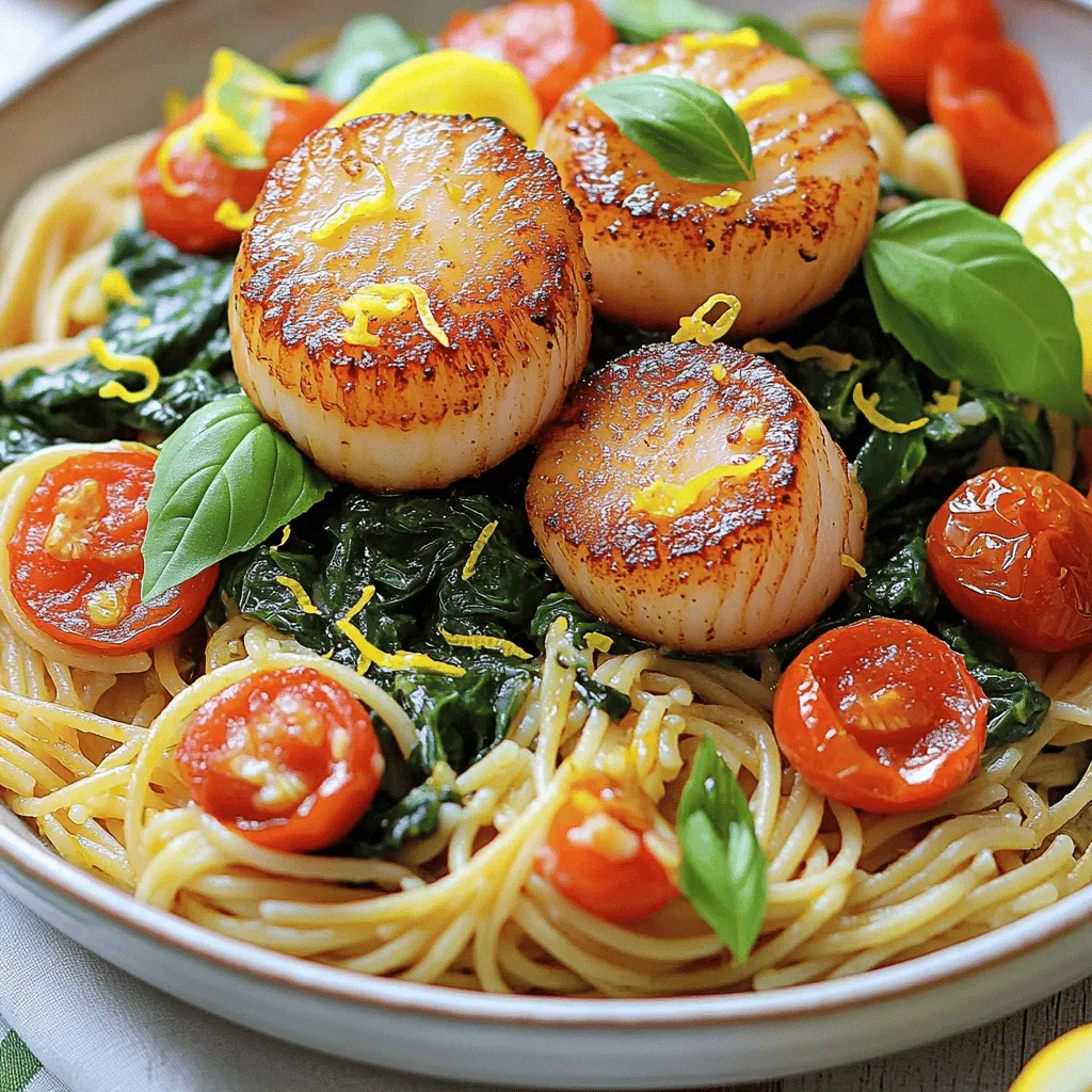 Um dieses köstliche Gericht zuzubereiten, brauchen Sie: - 225 g Spaghetti - 8 Riesenjakobsmuscheln (frisch) - 2 Esslöffel Olivenöl - 2 Knoblauchzehen, fein gehackt - 150 g Kirschtomaten, halbiert - 150 g frische Spinatblätter - 1/4 Teelöffel rote Chiliflocken - 120 ml Gemüsebrühe - Salz und Pfeffer nach Geschmack - Frische Basilikumblätter zur Garnitur - Schale von 1 Zitrone Die Wahl der Riesenjakobsmuscheln ist entscheidend. Achten Sie auf frische Muscheln. Sie sollten einen milden, süßen Duft haben. Vermeiden Sie Muscheln, die unangenehm riechen oder beschädigt aussehen. Frische Jakobsmuscheln haben eine glänzende Schale und sind glänzend. Wenn möglich, kaufen Sie Muscheln aus nachhaltigen Quellen. Diese sind oft frischer und geschmackvoller. Frische Zutaten machen den Unterschied. Hier sind einige Tipps, um die besten Zutaten zu finden: - Kaufen Sie saisonale Produkte. Sie sind oft frischer und besser im Geschmack. - Besuchen Sie lokale Märkte. Dort finden Sie oft die besten frischen Zutaten. - Überprüfen Sie das Haltbarkeitsdatum von verpackten Zutaten. Wählen Sie immer die frischesten Optionen. - Lagern Sie frische Zutaten richtig. Gemüse sollte im Kühlschrank bleiben, um frisch zu bleiben. Für das vollständige Rezept, schauen Sie sich die Full Recipe an. Zuerst koche ich die Spaghetti. Ich nehme einen großen Topf und fülle ihn mit Wasser. Ich bringe das Wasser zum Kochen und gebe eine Prise Salz hinzu. Dann füge ich die Spaghetti hinzu. Ich koche sie nach den Anweisungen auf der Verpackung, bis sie al dente sind. Das dauert etwa 8 bis 10 Minuten. Nach dem Kochen gieße ich die Spaghetti ab und stelle sie beiseite. Ich bewahre jedoch etwa 120 ml des Nudelwassers auf. Dieses Wasser wird später sehr nützlich sein. Jetzt an die Jakobsmuscheln. Ich nehme eine große Pfanne und erhitze 1 Esslöffel Olivenöl bei mittlerer bis hoher Hitze. Sobald das Öl heiß ist, würze ich die Jakobsmuscheln mit Salz und Pfeffer. Ich lege sie vorsichtig in die Pfanne. Ich brate sie etwa 2 bis 3 Minuten pro Seite. Die Jakobsmuscheln sollten goldbraun und undurchsichtig sein. Nach dem Braten nehme ich sie aus der Pfanne und stelle sie beiseite. Nun zur Sauce. In der gleichen Pfanne gebe ich einen weiteren Esslöffel Olivenöl hinzu. Dann füge ich 2 fein gehackte Knoblauchzehen hinzu und brate sie etwa 30 Sekunden lang an. Der Knoblauch sollte duften, aber nicht verbrennen. Danach kommen 150 g halbierte Kirschtomaten und 1/4 Teelöffel rote Chiliflocken dazu. Ich koche das Ganze 2 bis 3 Minuten lang, bis die Tomaten weich werden. Dann gieße ich 120 ml Gemüsebrühe hinein und bringe die Mischung zum Köcheln. Jetzt füge ich die Spinatblätter und die gekochten Spaghetti hinzu. Ich vermenge alles vorsichtig. Wenn die Pasta zu trocken aussieht, gebe ich nach und nach das aufbewahrte Nudelwasser hinzu. Zum Schluss lege ich die angebratenen Jakobsmuscheln in die Pfanne, um sie kurz zu erwärmen. Ich rühre die Zitronenschale unter und schmecke alles mit Salz und Pfeffer ab. Jetzt kann ich die Spaghetti auf Teller verteilen und die Jakobsmuscheln darauf anrichten. Ich garniere mit frischen Basilikumblättern. Voilà, ein köstliches Gericht! Für die genauen Schritte und Zutaten schaue dir das [Full Recipe] an. Um Jakobsmuscheln perfekt zu garen, gibt es einige einfache Tipps. Zuerst sollten Sie die Jakobsmuscheln gut abtrocknen. Feuchtigkeit macht es schwer, eine schöne Bräunung zu erzielen. Dann verwenden Sie eine heiße Pfanne mit ausreichend Öl. Lassen Sie die Jakobsmuscheln nicht zu lange in der Pfanne. Zwei bis drei Minuten pro Seite reichen aus. Sie sind fertig, wenn sie goldbraun und undurchsichtig sind. Das richtige Timing ist der Schlüssel zu einem perfekten Biss. Es gibt viele Wege, dieses Rezept anzupassen. Sie können die Spaghetti durch eine glutenfreie Pasta ersetzen, wenn nötig. Probieren Sie auch andere Meeresfrüchte wie Garnelen oder Tintenfisch. Wenn Sie es schärfer mögen, fügen Sie mehr Chiliflocken oder frischen Chili hinzu. Für einen anderen Geschmack können Sie frische Kräuter wie Petersilie oder Thymian verwenden. Das Gericht bleibt abwechslungsreich und passt zu Ihrem Geschmack. Ein häufiger Fehler ist, die Jakobsmuscheln zu lange zu garen. Dies führt zu zähen Muscheln. Achten Sie darauf, die Hitze hoch genug zu halten, um eine schöne Farbe zu erzielen. Ein weiterer Fehler ist, zu viel Wasser in die Sauce zu geben. Fügen Sie das Nudelwasser nach Bedarf hinzu, um die perfekte Konsistenz zu erreichen. Schließlich, vergessen Sie nicht, die Zitronenschale am Ende hinzuzufügen. Sie gibt dem Gericht einen frischen Geschmack. Halten Sie sich an diese Tipps, und Ihr Gericht wird großartig! {{image_4}} Wenn Sie eine vegetarische Option möchten, können Sie die Riesenjakobsmuscheln einfach weglassen. Verwenden Sie stattdessen gegrillte Zucchini oder Auberginen. Diese Gemüse geben eine tolle Textur und Geschmack. Sie können auch gebratene Champignons hinzufügen, um die Umami-Note zu verstärken. Diese Alternativen machen das Gericht leicht und frisch. Spielen Sie mit verschiedenen Gewürzen. Anstelle von roten Chiliflocken können Sie frischen Chili für mehr Schärfe verwenden. Für ein nussigeres Aroma probieren Sie gerösteten Kreuzkümmel. Auch Kräuter wie Thymian oder Oregano passen gut. Wenn Sie es süßer mögen, geben Sie ein wenig Honig oder Balsamico hinzu. Diese kleinen Änderungen bringen neue Geschmäcker in Ihr Gericht. Nutzen Sie die Saison für frische Zutaten. Im Frühling sind Spargel und Erbsen großartig. Im Sommer können Sie frische Basilikumblätter oder Kirschtomaten verwenden. Im Herbst fügt Kürbis eine tolle Süße hinzu. Im Winter sind Wurzelgemüse wie Karotten oder Pastinaken perfekt. Diese saisonalen Zutaten machen Ihr Gericht nicht nur lecker, sondern auch bunt und gesund. Um die Reste von Tuscan Spaghetti mit Riesenjakobsmuscheln richtig aufzubewahren, lassen Sie das Gericht zuerst abkühlen. Verwenden Sie dann einen luftdichten Behälter. So bleibt der Geschmack erhalten. Lagern Sie die Reste im Kühlschrank. Verbrauchen Sie sie innerhalb von zwei Tagen für die beste Qualität. Beim Aufwärmen der Spaghetti ist es wichtig, die Textur zu bewahren. Ich empfehle, die Reste in einer Pfanne bei mittlerer Hitze zu erhitzen. Fügen Sie etwas Gemüsebrühe oder Olivenöl hinzu, um das Gericht feucht zu halten. Rühren Sie häufig um, damit nichts anbrennt. Alternativ können Sie die Reste in der Mikrowelle warm machen. Decken Sie den Behälter ab, um das Austrocknen zu vermeiden. Die Haltbarkeit von Tuscan Spaghetti mit Riesenjakobsmuscheln im Kühlschrank beträgt bis zu zwei Tage. Achten Sie darauf, das Gericht gut zu verpacken, um den Geschmack zu bewahren. Nach dieser Zeit kann die Qualität abnehmen. Bei Anzeichen von Verderb, wie seltsamen Gerüchen oder einer veränderten Farbe, werfen Sie es sicherheitshalber weg. Um Riesenjakobsmuscheln perfekt zu kochen, müssen Sie die Hitze gut kontrollieren. Erhitzen Sie das Öl in einer großen Pfanne. Würzen Sie die Jakobsmuscheln mit Salz und Pfeffer. Legen Sie die Muscheln vorsichtig in die Pfanne. Braten Sie sie etwa 2-3 Minuten auf jeder Seite. Die Muscheln sind perfekt, wenn sie goldbraun und fest sind. Halten Sie die Muscheln warm, während Sie die Sauce zubereiten. Ja, Sie können die Spaghetti im Voraus zubereiten. Kochen Sie die Spaghetti einfach bis sie al dente sind. Lassen Sie sie abkühlen und bewahren Sie sie in einem luftdichten Behälter auf. Wenn Sie bereit sind, das Gericht zu servieren, erwärmen Sie die Spaghetti in etwas Nudelwasser. So bleiben sie lecker und frisch. Zu Tuscan Spaghetti mit Riesenjakobsmuscheln passen einfache Beilagen gut. Ein frischer grüner Salat ist eine tolle Wahl. Auch Knoblauchbrot oder geröstetes Brot sind perfekt. Diese Beilagen ergänzen die Aromen der Spaghetti gut. Für einen besonderen Touch können Sie gegrilltes Gemüse oder einen leichten Antipasti-Teller anbieten. In diesem Artikel haben wir die besten Zutaten für Tuscan Spaghetti mit Riesenjakobsmuscheln betrachtet. Wir haben die Schritt-für-Schritt-Anleitung zur Zubereitung besprochen und nützliche Tipps gegeben, um perfekte Jakobsmuscheln zu braten. Es ist wichtig, saisonale Zutaten zu nutzen und das Gericht gut zu lagern. Mit den richtigen Techniken kannst du schmackhafte Variationen ausprobieren. Denke daran, dass frische Zutaten den großen Unterschied machen. Probiere die Tipps aus und kreiere dein eigenes Meisterwerk!
