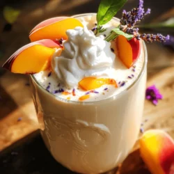 Für diesen leckeren Lavendel-Pfirsich-Mond-Milch-Latte brauchst du einige einfache Zutaten. Hier ist die Liste: - 1 Tasse Milch (tierisch oder pflanzlich) - 1 reifer Pfirsich, geschält und gewürfelt - 1 Esslöffel kulinarischer Lavendel (getrocknet) - 2 Teelöffel Honig oder Ahornsirup (nach Geschmack anpassen) - 1/2 Teelöffel Vanilleextrakt - Eine Prise Meersalz - 1/2 Teelöffel lebensmittelechtes Lavendelöl (optional für intensiveren Geschmack) Diese Zutaten sind wichtig für den vollen Geschmack. Die Kombination von Pfirsich und Lavendel gibt der Milch einen besonderen, blumigen Touch. Um deinen Latte noch besser zu machen, kannst du ein paar weitere Zutaten hinzufügen: - Schlagsahne (optional als Topping) - Frische Pfirsichscheiben zur Dekoration - Lavendelzweige für das gewisse Etwas Die Garnierung macht deinen Latte nicht nur schön, sondern auch lecker. Die Schlagsahne gibt einen cremigen Abschluss und die frischen Zutaten bringen Farbe ins Spiel. Frische Zutaten sind der Schlüssel für einen großartigen Geschmack. Hier sind ein paar Tipps: - Wähle reife Pfirsiche: Sie sollten weich und duftend sein. - Achte auf die Qualität des Lavendels: Kulinarischer Lavendel ist wichtig. Er sollte frei von Chemikalien sein. - Milch: Entscheide dich für eine Milch, die dir gut schmeckt. Pflanzliche Optionen sind auch toll. Indem du auf die Qualität der Zutaten achtest, hebst du deinen Latte auf ein neues Level. Du kannst das gesamte Rezept für den Lavendel-Pfirsich-Mond-Milch-Latte in der vollständigen Rezeptübersicht finden. Zuerst musst du den Pfirsich schälen und würfeln. Ein reifer Pfirsich hat einen süßen Geschmack. Dann nimmst du einen Esslöffel kulinarischen Lavendel. Dieser Lavendel gibt deiner Milch einen tollen Duft und Geschmack. Achte darauf, dass der Lavendel getrocknet ist. Die Kombination aus Pfirsich und Lavendel macht dein Getränk besonders. In einem kleinen Topf gibst du die gewürfelten Pfirsiche, den Lavendel und die Milch. Die Milch kann tierisch oder pflanzlich sein, je nach deinem Geschmack. Stelle den Herd auf mittlere Hitze. Erhitze die Mischung langsam und rühre gelegentlich um. Du willst die Mischung warm machen, aber nicht kochen. Lass sie etwa fünf Minuten ziehen, damit die Aromen gut durchziehen. Nimm den Topf vom Herd. Jetzt siebe die Mischung durch ein feines Sieb in eine andere Schüssel oder einen Topf. So entfernst du die festen Teile der Pfirsiche und den Lavendel. Danach fügst du Honig oder Ahornsirup, Vanilleextrakt und eine Prise Meersalz hinzu. Rühre alles gut um, damit sich die Zutaten verbinden. Wenn du mehr Lavendelgeschmack möchtest, kannst du jetzt etwas Lavendelöl hinzufügen. Erwärme die Mischung erneut leicht. Schlage die Milch auf, bis sie schaumig wird. Gieße die Milch in eine Tasse und dekoriere sie mit Schlagsahne, frischen Pfirsichscheiben und einem Lavendelzweig. Jetzt hast du einen leckeren Lavendel-Pfirsich-Mond-Milch-Latte! Für das komplette Rezept kannst du die [Full Recipe] ansehen. Um den perfekten Schaum zu machen, brauchst du die richtige Technik. Verwende frische Milch oder eine pflanzliche Milch mit hohem Fettgehalt. Erhitze die Milch langsam, nicht zu heiß. Sobald sie warm ist, schäume sie mit einem Milchschäumer oder einem Schneebesen auf. Der Schaum sollte leicht und luftig sein. Wenn du mehr Luft hineinbekommst, wird der Schaum besser. Übe ein wenig, um die richtige Technik zu finden. Möchtest du etwas Neues probieren? Du kannst die Aromen leicht ändern. Statt Pfirsichen kannst du auch andere Früchte wie Himbeeren oder Erdbeeren verwenden. Diese Früchte bringen eine frische Note. Auch die Süße kannst du anpassen. Probiere Kokosblütenzucker oder Agavensirup. Das gibt einen anderen Geschmack. Wähle die Zutaten, die dir am besten gefallen. Du kannst die Aromen ganz nach deinem Wunsch anpassen. Füge mehr oder weniger Lavendel hinzu, je nachdem, wie stark du den Geschmack magst. Ein wenig Zimt oder Muskatnuss kann auch gut passen. Wenn du es cremiger magst, füge etwas mehr Milch hinzu. Du kannst auch das Lavendelöl weglassen, wenn du keinen intensiven Geschmack willst. Experimentiere mit den Zutaten. So findest du deine perfekte Mischung. {{image_4}} Wenn du den Lavendel-Pfirsich-Mond-Milch-Latte süßen möchtest, gibt es viele Optionen. Du kannst Honig oder Ahornsirup verwenden. Beide geben eine süße Note. Stevia ist eine kalorienfreie Wahl, die ebenfalls funktioniert. Probiere auch Kokosblütenzucker für einen besonderen Geschmack. Achte darauf, die Menge anzupassen, je nach deinem Geschmack. Die Milch ist ein wichtiger Teil deines Getränks. Du kannst tierische oder pflanzliche Milch verwenden. Mandeldrink gibt einen nussigen Geschmack. Hafermilch ist cremig und süß. Sojamilch ist eine gute Proteinquelle. Kokosmilch fügt eine tropische Note hinzu. Wähle die Milch, die dir am besten gefällt. Um deinem Latte mehr Geschmack zu geben, füge andere Aromen hinzu. Zimt oder Muskatnuss passen gut dazu. Du kannst auch frische Kräuter wie Minze oder Basilikum verwenden. Diese bringen eine frische Note. Experimentiere mit verschiedenen Kombinationen. So wird dein Lavendel-Pfirsich-Mond-Milch-Latte immer wieder spannend und neu. Wenn du nach der Zubereitung noch Milch übrig hast, bewahre sie gut auf. Fülle die Mischung in ein sauberes Glas oder eine Flasche. Verschließe es fest und stelle es in den Kühlschrank. So bleibt der Geschmack frisch. Du kannst die Mischung bis zu drei Tage aufbewahren. Vor dem Servieren einfach leicht erwärmen und gut schütteln. Um den perfekten Schaum für deinen Latte zu erhalten, nutze einen Milchschäumer oder einen Schneebesen. Schäume die Milch kräftig auf, bis sie leicht und fluffig ist. Wenn du keinen Milchschäumer hast, kannst du die Milch einfach in ein Glas geben und mit einem Deckel kräftig schütteln. Achte darauf, dass die Milch nicht kocht, da sie sonst ihre Konsistenz verliert. Die Zutaten für den Lavendel-Pfirsich-Mond-Milch-Latte haben unterschiedliche Haltbarkeiten. Frische Pfirsiche bleiben im Kühlschrank etwa fünf bis sieben Tage frisch. Getrockneter Lavendel hält sich in einem luftdichten Behälter bis zu einem Jahr. Milch, ob tierisch oder pflanzlich, sollte innerhalb von sieben bis zehn Tagen nach dem Öffnen verbraucht werden. Achte darauf, die Zutaten immer gut zu lagern, um ihre Frische zu bewahren. Die Zutaten in dem Lavendel-Pfirsich-Mond-Milch-Latte bieten viele Vorteile. Pfirsiche sind reich an Vitaminen. Sie enthalten Vitamin C, das das Immunsystem stärkt. Lavendel hat entspannende Eigenschaften und kann Stress abbauen. Milch liefert Calcium und unterstützt starke Knochen. Honig oder Ahornsirup bringen natürliche Süße. Sie sind oft gesünder als Zucker. Eine Prise Meersalz verstärkt die Aromen und sorgt für Balance. Insgesamt ist dieses Getränk nicht nur lecker, sondern auch nahrhaft. Ja, du kannst diesen Latte auch für Kinder zubereiten. Die Aromen sind mild und angenehm. Reduziere einfach die Menge an Honig oder Ahornsirup, um es weniger süß zu machen. Achte darauf, kulinarischen Lavendel zu verwenden. Er ist sicher für Kinder. Bei der Verwendung von Lavendelöl solltest du vorsichtig sein. Ein paar Tropfen reichen aus, um den Geschmack zu verbessern. Um den Lavendel-Pfirsich-Mond-Milch-Latte vegan zu machen, wähle pflanzliche Milch. Hafer-, Mandel- oder Sojamilch sind gute Optionen. Diese Sorten haben einen milden Geschmack und passen gut zu den anderen Zutaten. Verwende Agavendicksaft oder einen anderen pflanzlichen Süßstoff statt Honig. Achte darauf, dass der Lavendel, den du verwendest, auch vegan ist. Mit diesen Anpassungen bleibt der Genuss erhalten, und jeder kann ihn genießen. Der Lavendel-Pfirsich-Mond-Milch-Latte vereint frische Zutaten und einfachen Schritt-für-Schritt-Anleitungen. Wir haben die Hauptzutaten, wie Pfirsiche und Lavendel, besprochen und Tipps zur Auswahl frischer Zutaten gegeben. Zudem lernten wir, wie man schaumige Texturen erzielt und den Geschmack variieren kann. Experimentiere mit den Variationen und finde deinen perfekten Latte. Der Genuss dieses Getränks kann einfach und kreativ sein. Genieße jeden Schluck!