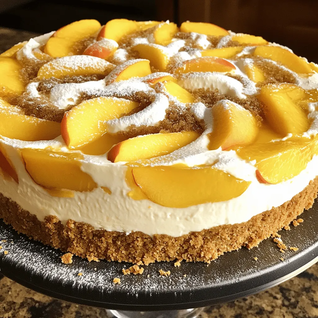 Für den Southern Peach Cobbler Cheesecake brauchst du folgende Zutaten: - 1 ½ Tassen Graham-Cracker-Brösel - ½ Tasse ungesalzene Butter, geschmolzen - 3 Päckchen Frischkäse (à 225 g), auf Zimmertemperatur - 1 Tasse Zucker - 1 Teelöffel Vanilleextrakt - 1 Teelöffel Mandelextrakt - 3 große Eier - 2 Tassen frische Pfirsiche, geschält und in Scheiben geschnitten (oder 1 Dose Pfirsiche in Sirup, abgetropft) - 1 Teelöffel Zimt - 1 Tasse Sauerrahm - ½ Tasse brauner Zucker Diese Zutaten sorgen für einen tollen Geschmack. Die frischen Pfirsiche bringen Süße und Saftigkeit. Sie machen den Käsekuchen besonders lecker. Achte darauf, dass die Pfirsiche reif sind. Reife Pfirsiche haben einen süßen, saftigen Geschmack. Wenn du Dosen-Pfirsiche verwendest, wähle die in Sirup. Diese sind weicher und süßer. Der Frischkäse sollte Zimmertemperatur haben. Das hilft, Klumpen zu vermeiden. Die Butter muss ungesalzen sein, damit der Käsekuchen nicht zu salzig wird. Ich empfehle, Marken wie Philadelphia für Frischkäse zu nutzen. Sie bieten eine gute Qualität und Geschmack. Für Pfirsiche sind Marken wie Del Monte oder Libby's empfehlenswert, wenn du Dosenfrüchte wählst. Bei frischen Pfirsichen versuche, lokale Märkte zu besuchen. Dort findest du oft die besten und frischesten Früchte. Für das gesamte Rezept schau dir [Full Recipe](#) an. Heizen Sie Ihren Ofen auf 160°C (325°F) vor. Dies sorgt für eine gleichmäßige Hitze. Fetten Sie eine 23 cm große Springform mit Backspray ein. So bleibt der Käsekuchen nicht kleben. In einer mittelgroßen Schüssel vermengen Sie 1 ½ Tassen Graham-Cracker-Brösel mit ½ Tasse geschmolzener Butter. Rühren Sie, bis die Brösel gleichmäßig feucht sind. Drücken Sie die Mischung fest auf den Boden der Springform. Backen Sie die Kruste für 10 Minuten und lassen Sie sie leicht abkühlen. Nehmen Sie eine große Rührschüssel. Vermengen Sie 3 Päckchen Frischkäse mit 1 Tasse Zucker. Schlagen Sie die Mischung mit einem elektrischen Mixer glatt. Fügen Sie 1 Teelöffel Vanilleextrakt und 1 Teelöffel Mandelextrakt hinzu. Schlagen Sie nacheinander 3 große Eier unter. Rühren Sie vorsichtig 2 Tassen geschnittene Pfirsiche und 1 Teelöffel Zimt unter. Gießen Sie die Füllung auf die Kruste. In einer separaten Schüssel vermischen Sie 1 Tasse Sauerrahm mit ½ Tasse braunem Zucker. Verteilen Sie diese Mischung gleichmäßig über die Käsekuchenfüllung. Backen Sie den Käsekuchen für 50 bis 60 Minuten, bis die Ränder fest sind. Die Mitte kann leicht wackeln. Schalten Sie den Ofen aus und lassen Sie den Käsekuchen 1 Stunde im Ofen abkühlen. Kühlen Sie den Käsekuchen mindestens 4 Stunden oder über Nacht im Kühlschrank, bevor Sie ihn servieren. Für die besten Ergebnisse, lassen Sie ihn ruhig im Kühlschrank. Für die vollständige Anleitung und Details, schauen Sie sich das [Full Recipe] an. Käsekuchen kann knifflig sein. Hier sind einige Tipps, um Fehler zu vermeiden: - Zutaten auf Zimmertemperatur: Alle Zutaten, besonders der Frischkäse, sollten warm sein. Kalte Zutaten können Klumpen bilden. - Nicht übermixen: Rühren Sie die Mischung nur so lange, bis alles gut vermischt ist. Übermixen macht den Käsekuchen fluffig und brüchig. - Langsame Abkühlung: Lassen Sie den Käsekuchen im Ofen abkühlen. Dies hilft, Risse zu vermeiden. Eine cremige und glatte Konsistenz ist das Ziel. Hier sind einige Schritte, um das zu erreichen: - Frischkäse gut schlagen: Beginnen Sie, den Frischkäse gründlich zu schlagen. Er sollte weich und klumpenfrei sein. - Eier einzeln hinzufügen: Fügen Sie die Eier nacheinander hinzu. Rühren Sie nach jedem Ei vorsichtig, um die Struktur zu bewahren. - Falten, nicht rühren: Falten Sie die Pfirsiche und die anderen Zutaten sanft unter. So bleibt die Luft im Teig und er wird fluffig. Die Präsentation macht viel aus. Hier sind einige Ideen, um Ihren Käsekuchen schön zu servieren: - Zusätzliche Pfirsiche: Servieren Sie den Käsekuchen mit frischen Pfirsichscheiben. Sie verleihen Farbe und Frische. - Schlagsahne: Ein Klecks Schlagsahne auf jedem Stück ist sehr ansprechend. - Puderzucker: Bestäuben Sie den Käsekuchen mit Puderzucker für einen eleganten Look. Diese Tipps machen Ihren Southern Peach Cobbler Cheesecake noch köstlicher! Für das detaillierte Rezept, schauen Sie sich das [Full Recipe] an. {{image_4}} Wenn Sie die Pfirsiche tauschen möchten, probieren Sie Äpfel oder Kirschen. Diese Früchte bringen frischen Geschmack. Sie können auch Himbeeren oder Blaubeeren verwenden. Diese Früchte fügen Süße und Farbe hinzu. Achten Sie auf die Süße der Früchte. Möglicherweise müssen Sie den Zucker anpassen, um den perfekten Geschmack zu erreichen. Für glutenfreie Optionen nutzen Sie glutenfreie Kekse für die Kruste. Mischen Sie die Kekse mit veganer Butter. Wenn Sie eine vegane Version machen, ersetzen Sie den Frischkäse. Cashew-Creme oder Kokoscreme eignen sich gut. Verwenden Sie Chia-Samen als Ei-Ersatz. Mischen Sie sie mit Wasser und lassen Sie es quellen. Diese Alternativen machen den Käsekuchen lecker und freundlich für alle. Zusätzliche Toppings machen den Käsekuchen noch besser. Probieren Sie karamellisierte Nüsse oder frische Früchte. Ein Klecks Schlagsahne rundet das Ganze ab. Sie können auch eine dünne Schicht Zimt-Zucker darüber streuen. Puderzucker gibt dem Käsekuchen ein schönes Finish. Damit sieht Ihr Dessert nicht nur gut aus, es schmeckt auch fantastisch. Für das vollständige Rezept und weitere Tipps, schauen Sie sich das [Full Recipe] an. Um den Geschmack und die Frische Ihres Southern Peach Cobbler Cheesecake zu bewahren, stellen Sie sicher, dass er im Kühlschrank gelagert wird. Wickeln Sie den Käsekuchen fest in Frischhaltefolie oder verwenden Sie einen luftdichten Behälter. So bleibt er bis zu einer Woche frisch. Achten Sie darauf, dass der Kuchen nicht mit anderen stark riechenden Lebensmitteln in Berührung kommt. Wenn Sie den Käsekuchen länger aufbewahren möchten, können Sie ihn einfrieren. Schneiden Sie ihn in Portionen und wickeln Sie jede Portion gut in Frischhaltefolie ein. Legen Sie die Portionen dann in einen gefrierfesten Behälter oder einen Gefrierbeutel. So bleibt der Käsekuchen bis zu drei Monate haltbar. Zum Auftauen legen Sie die Portionen einfach über Nacht in den Kühlschrank. Wenn Sie Reste haben, gibt es viele kreative Möglichkeiten, diese zu nutzen. Sie können die Reste in einer neuen Dessertschicht verwenden. Zerkleinern Sie den Käsekuchen und mischen Sie ihn mit Joghurt für einen schnellen Snack. Alternativ können Sie ihn auch als Füllung für Pfannkuchen oder Waffeln verwenden. Ihre Gäste werden begeistert sein! Ein Käsekuchen kann aus mehreren Gründen reißen. Oft passiert das durch zu hohe Hitze. Wenn der Ofen zu heiß ist, kann die Füllung schnell aufgehen. Das führt zu Rissen. Ein weiterer Grund ist das Übermixen der Füllung. Wenn Sie die Füllung zu lange schlagen, wird sie zu luftig. Um Risse zu vermeiden, backen Sie den Käsekuchen bei niedriger Temperatur. Lassen Sie ihn langsam abkühlen. Ja, Sie können die Pfirsiche durch andere Früchte ersetzen. Äpfel, Birnen oder Kirschen passen gut dazu. Achten Sie darauf, die Früchte gut vorzubereiten. Schneiden Sie sie in kleine Stücke. Verwenden Sie frische oder gefrorene Früchte. Abgetropfte Dosenfrüchte sind auch eine Option. Der Geschmack wird sich leicht ändern, aber das Ergebnis bleibt köstlich. Die gesamte Vorbereitungszeit beträgt etwa 20 Minuten. Das Backen dauert zwischen 50 und 60 Minuten. Nach dem Backen sollten Sie den Käsekuchen mindestens 4 Stunden im Kühlschrank kühlen. Es ist also eine gute Idee, ihn am Vortag zu machen. So hat er genug Zeit, um fest zu werden. Ja, beim Backen in einer Springform gibt es wichtige Tipps. Fetten Sie die Form gut ein, um ein Anhaften zu vermeiden. Nutzen Sie Backpapier für den Boden. Das macht das Herausnehmen einfacher. Stellen Sie die Springform in ein Wasserbad, um gleichmäßige Wärme zu erhalten. So backt der Käsekuchen schön gleichmäßig und bekommt keine Risse. Zusammenfassend haben wir die wichtigsten Zutaten und Schritte zum Käsekuchen behandelt. Du hast gelernt, welche Marken gut sind und wie du die Kruste machst. Tipps helfen dir, Fehler zu vermeiden und den perfekten Käsekuchen zu erzielen. Denk daran, Variationen auszuprobieren und die Reste richtig zu lagern. Mit diesen Informationen bist du bereit, selbst einen tollen Käsekuchen zu backen. Lass deine Kreativität fließen und genieße den Prozess!