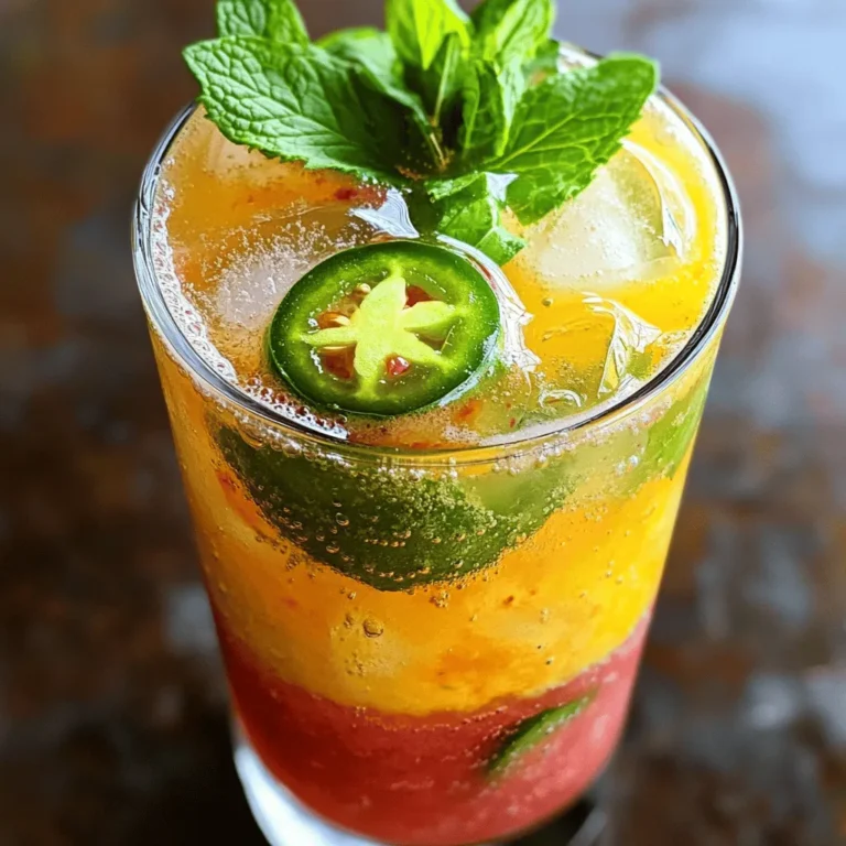 - 1 reife Guave, gewürfelt - 1 Esslöffel frischer Limettensaft - 1 Teelöffel Honig oder Agavensirup Die Hauptzutaten sind einfach und frisch. Die Guave bringt eine süße Note. Limettensaft fügt die perfekte Säure hinzu. Honig oder Agavensirup süßt nach deinem Geschmack. Diese Zutaten sind leicht zu finden und sehr lecker. - 1 kleine Jalapeño, in Scheiben geschnitten (Kerne entfernen für weniger Schärfe) - Frische Minzblätter zur Garnitur - 1 Tasse Sprudelwasser Jalapeños geben dem Mocktail die Schärfe. Wenn du es milder magst, entferne die Kerne. Minzblätter sorgen für Frische und ein tolles Aroma. Sprudelwasser macht das Getränk erfrischend und prickelnd. Diese Gewürze und Aromen sorgen für einen tollen Geschmack. - Mixer - Feines Sieb - Servierglas Du brauchst einen Mixer, um die Zutaten zu pürieren. Ein feines Sieb hilft, die Mischung zu klären. Ein schönes Servierglas macht den Mocktail noch ansprechender. Diese Ausrüstung ist einfach und jeder hat sie meist zu Hause. Um das vollständige Rezept zu sehen, schau dir den Full Recipe an. - Beginne mit einer reifen Guave. Schneide sie in kleine Würfel. Die Frucht sollte weich sein, das zeigt, dass sie reif ist. - Füge einen Esslöffel frischen Limettensaft hinzu. Das gibt einen spritzigen Geschmack. - Jetzt kommt der Süßstoff. Ein Teelöffel Honig oder Agavensirup reicht aus. Du kannst die Menge nach deinem Geschmack anpassen. - Gib die gewürfelte Guave, den Limettensaft und den Süßstoff in einen Mixer. Mixe alles gut durch, bis die Mischung glatt ist. - Nimm ein feines Sieb und passiere die Mischung in eine Schüssel. So entfernst du das Fruchtfleisch und die Kerne. - Nimm ein Servierglas und drücke 2-3 Scheiben Jalapeño hinein. Das bringt die würzige Note in dein Getränk. - Fülle das Glas mit Eiswürfeln. Gieße dann die abgeseihte Guavenmischung über das Eis. - Fülle das Glas mit Sprudelwasser auf und rühre vorsichtig um. - Garniere den Mocktail mit frischen Minzblättern. Ein Limettenviertel sieht auch schön aus. Wenn du es schärfer magst, füge noch eine Jalapeño-Scheibe hinzu. Für die vollständige Anleitung, schaue dir das [Full Recipe] an. Um die beste Konsistenz zu erreichen, mixe die Guave gut. Ich empfehle, mindestens 30 Sekunden zu mixen. So wird die Mischung schön glatt. Nach dem Mixen ist das Abseihen wichtig. Verwende ein feines Sieb, um Fruchtfleisch und Kerne zu entfernen. Das gibt deinem Mocktail eine samtige Textur. Minzblätter und Limettenstücke machen deinen Mocktail frisch und schön. Lege ein paar Minzblätter oben drauf. Schneide die Limette in Spalten und drücke eine Stück leicht ins Getränk. Wenn du mehr Schärfe willst, füge eine zusätzliche Jalapeño-Scheibe hinzu. So wird dein Mocktail noch aufregender. Nutze hohe Gläser für deinen Mocktail. Diese Gläser zeigen die Farben und die Garnitur gut. Achte darauf, dass das Getränk kalt ist. Serviere es mit Eis. So bleibt dein Mocktail frisch und lecker. {{image_4}} Ich liebe es, mit verschiedenen Früchten zu experimentieren. Du kannst zum Beispiel Ananas oder Mango hinzufügen. Diese Früchte bringen eine süße Note in deinen Mocktail. Ein Spritzer frischer Zitrone oder Orange kann auch die Aromen aufhellen. Sie bieten Frische und eine schöne Farbe. Wenn du es noch würziger magst, probiere verschiedene Chilisorten aus. Du kannst auch die Schärfe anpassen, indem du die Kerne der Jalapeño entfernst. Alternativen wie Serrano oder Habanero geben dem Drink eine neue Dimension. Achte darauf, die Schärfe langsam zu steigern, um deinen perfekten Mix zu finden. Füge Gewürze wie Ingwer oder Basilikum hinzu, um interessante Geschmäcker zu entdecken. Ingwer gibt einen würzigen Kick, während Basilikum einen frischen, grünen Geschmack bringt. Auch aromatisiertes Sprudelwasser kann deinen Mocktail verfeinern. Probiere verschiedene Kombinationen aus, um deinen Lieblingsgeschmack zu finden. Um Reste Ihres würzigen Guaven-Mocktails aufzubewahren, füllen Sie den Mocktail in einen luftdichten Behälter. Stellen Sie sicher, dass der Behälter sauber ist. So bleibt der Geschmack besser erhalten. Lagern Sie den Mocktail im Kühlschrank. Der Mocktail bleibt etwa 1 bis 2 Tage frisch. Nach dieser Zeit verliert er an Geschmack und Spritzigkeit. Sie können die Mischung für den Mocktail im Voraus zubereiten. Mischen Sie die Guave, den Limettensaft und den Süßstoff. Lagern Sie diese Mischung in einem Behälter im Kühlschrank. Nutzen Sie sie innerhalb von 1 bis 2 Tagen. So bleibt der Geschmack frisch und lecker. Um Oxidation zu vermeiden, decken Sie den Behälter gut ab. Oxidation kann den Geschmack verändern. Achten Sie auch auf die Temperatur. Je kühler der Mocktail, desto erfrischender ist er. Servieren Sie ihn kalt, um die Aromen zu betonen. Um die Schärfe zu ändern, können Sie die Jalapeños anpassen. Mögen Sie es mild? Nehmen Sie weniger oder entfernen Sie die Kerne. Für mehr Schärfe, fügen Sie mehr Jalapeños hinzu. Sie könnten auch andere Chilis verwenden, wie Serrano oder Habanero. Denken Sie daran, dass die Schärfe auch beim Mischen intensiver wird. Experimentieren Sie, um die perfekte Balance zu finden. Ja, Sie können andere Früchte ausprobieren. Ananas oder Mango passen gut. Diese Früchte bringen eine süße Note und eine andere Textur. Melone oder Kiwi sind auch gute Alternativen. Sie verleihen dem Mocktail eine frische Note. Denken Sie daran, dass sich der Geschmack und die Konsistenz ändern, wenn Sie die Früchte wechseln. Ja, dieser Mocktail ist vegan-freundlich. Die Zutaten sind pflanzlich. Verwenden Sie Honig oder Agavensirup nach Ihrem Geschmack. Agavensirup ist eine tolle vegane Option. Überprüfen Sie immer die Etiketten, um sicherzustellen, dass keine tierischen Produkte enthalten sind. So können alle den Mocktail genießen! Dieser Blogpost zeigt, wie man einen erfrischenden Guaven-Mocktail zubereitet. Wir haben die besten Zutaten wie reife Guave, Limettensaft und Honig erkundet. Außerdem erklärte ich die Schritte zum Mixen, Abseihen und Servieren. Tipps und Tricks helfen, die perfekte Konsistenz zu erreichen und die Drinks ansprechend zu garnieren. Im Endeffekt ist dieser Mocktail leicht anzupassen und ideal für jeden Anlass. Experimentiere mit verschiedenen Früchten und Aromen. So wird dein Mocktail immer spannend und lecker.