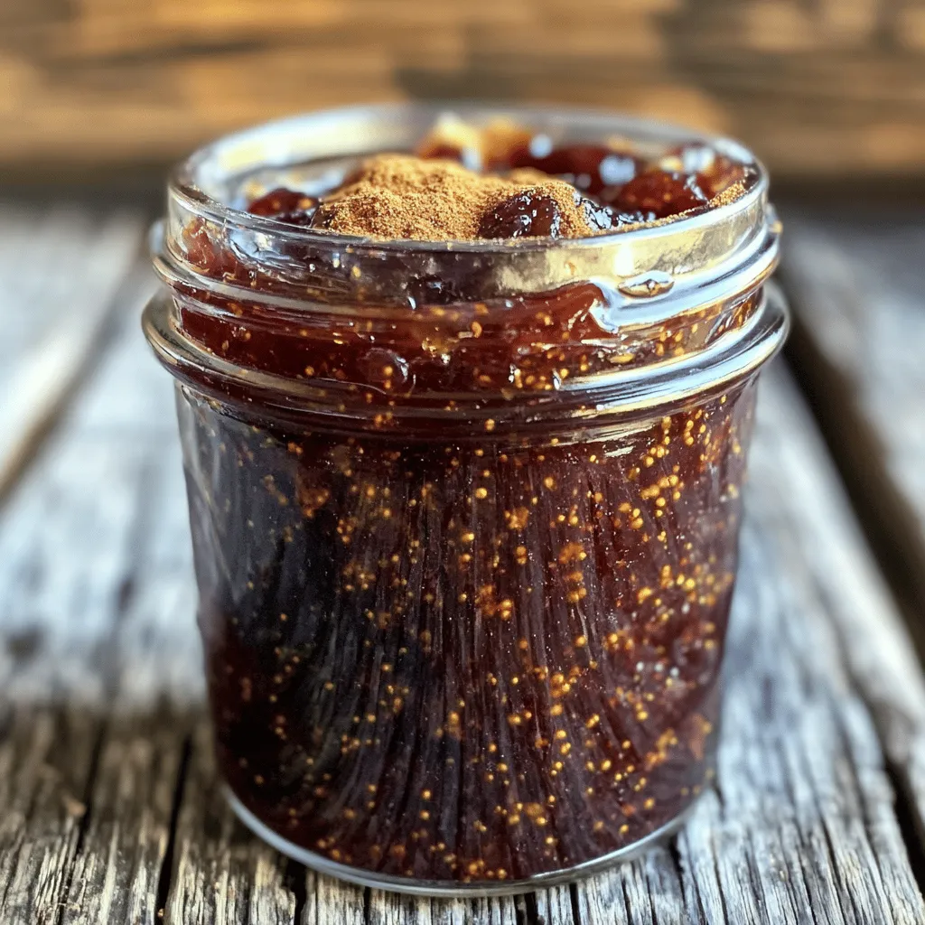 Für deinen Zuckerfreien Feigenaufstrich brauchst du nur wenige, frische Zutaten. Hier ist die Liste: - 2 Tassen frische Feigen, Stiele entfernt und grob gehackt - 1/4 Tasse ungesüßtes Apfelmus - 1 Esslöffel Zitronensaft - 1 Teelöffel Vanilleextrakt - 1/2 Teelöffel gemahlener Zimt - Eine Prise Salz Diese Zutaten sorgen für einen tollen Geschmack und eine angenehme Textur. Die Feigen geben eine natürliche Süße, während das Apfelmus hilft, die Konsistenz zu verbessern. Zitronensaft bringt Frische und hebt die Aromen hervor. Die Nährwerte sind wichtig, um zu wissen, was du isst. Hier eine kurze Übersicht: - Feigen sind reich an Ballaststoffen und Vitaminen. Sie fördern die Verdauung. - Apfelmus hat wenig Kalorien und bringt zusätzlich Vitamine. - Zitronensaft ist eine gute Quelle für Vitamin C und Antioxidantien. - Vanilleextrakt verleiht nicht nur Geschmack, sondern hat auch antioxidative Eigenschaften. - Zimt kann den Blutzucker regulieren und hat entzündungshemmende Wirkungen. - Salz hebt alle Aromen hervor und sorgt für Balance. Dein Aufstrich ist also nicht nur lecker, sondern auch gesund. Wenn du nach Alternativen suchst, gibt es viele Möglichkeiten. Hier sind einige: - Stevia: Es ist sehr süß und hat keine Kalorien. - Erythrit: Hat fast keine Kalorien und ist gut für die Zähne. - Xylit: Hat weniger Kalorien als Zucker und wirkt gut auf die Zähne. Diese Süßungsmittel haben Vorteile und können den Geschmack verändern. Du kannst sie je nach Vorliebe verwenden. Probiere verschiedene Optionen aus, um deinen perfekten Feigenaufstrich zu finden. Wenn du mehr über die Zubereitung erfahren möchtest, schau dir das [Full Recipe] an. Um den Feigenaufstrich zuzubereiten, brauchst du frische Feigen. Diese schmecken am besten. Beginne mit dem Entfernen der Stiele und hacke die Feigen grob. Dann mische sie in einem mittelgroßen Kochtopf mit ungesüßtem Apfelmus, Zitronensaft und einer Prise Salz. Rühre alles gut um. Erhitze die Mischung bei mittlerer Hitze. Rühre sie gelegentlich um. Nach etwa 10 Minuten sollten die Feigen weich werden. Füge nun Vanilleextrakt und gemahlenen Zimt hinzu. Diese Zutaten bringen tollen Geschmack. Rühre alles gut um, damit sich die Aromen verbinden. Reduziere die Hitze und lasse die Mischung 15-20 Minuten köcheln. Rühre häufig um, damit nichts anbrennt. Wenn der Aufstrich dick genug ist, nimm den Topf vom Herd. Lass ihn kurz abkühlen und fülle ihn dann in ein sauberes Glasgefäß um. Eine wichtige Technik beim Kochen ist das ständige Rühren. Das hilft, den Aufstrich gleichmäßig zu kochen. Achte darauf, dass die Hitze nicht zu hoch ist. Zu hohe Hitze kann den Aufstrich verbrennen. Wenn du die Mischung köcheln lässt, entwickelst du eine schöne Konsistenz. Das Abkühlen ist auch entscheidend. Lass den Aufstrich vor dem Abfüllen gut abkühlen. So bleibt er frisch und lecker. Die Vorbereitung dauert nur 10 Minuten. Während dieser Zeit kannst du die Feigen und andere Zutaten vorbereiten. Die gesamte Kochzeit beträgt etwa 30 Minuten. So ist der Aufstrich schnell fertig. Plane also etwa 40 Minuten für das gesamte Rezept ein. Das ist eine großartige Zeit für einen gesunden Snack oder ein Geschenk. Mit dem Feigenaufstrich hast du etwas Besonderes, das schnell gemacht ist. Du wirst es lieben! Um den perfekten Zuckerfreien Feigenaufstrich zu machen, ist die Konsistenz wichtig. Achte darauf, die Feigen gut zu zerdrücken. Wenn du lieber eine cremige Textur magst, püriere die Mischung mit einem Stabmixer. So bekommst du einen glatten Aufstrich. Ein weiterer Trick ist, die Mischung länger zu kochen. Je länger du sie köcheln lässt, desto dicker wird der Aufstrich. Ein häufiges Missgeschick ist, die Mischung zu lange ohne Rühren zu lassen. Dies kann dazu führen, dass der Aufstrich anbrennt. Rühre regelmäßig um, vor allem gegen Ende der Kochzeit. Ein weiterer Fehler ist, zu viel Flüssigkeit hinzuzufügen. Halte dich an die Zutatenliste. Wenn du mehr Flüssigkeit benötigst, verwende nur ein wenig Wasser oder Apfelmus. Der Geschmack deines Aufstrichs lässt sich leicht anpassen. Möchtest du es süßer? Füge mehr Apfelmus hinzu. Für eine fruchtigere Note kannst du auch andere Früchte wie Birnen verwenden. Du kannst auch Gewürze wie Muskatnuss oder Ingwer ausprobieren. Ein Spritzer Zitronensaft verleiht dem Aufstrich Frische und hebt die Aromen hervor. Experimentiere und finde heraus, was dir am besten schmeckt! {{image_4}} Du kannst deinem Zuckerfreien Feigenaufstrich viele Aromen hinzufügen. Probiere zum Beispiel, etwas Ingwer oder Nelken für einen würzigen Kick zu verwenden. Diese Gewürze bringen Tiefe und machen den Aufstrich noch interessanter. Auch frische Kräuter wie Minze oder Basilikum sind tolle Optionen. Sie bringen Frische und leichte Noten in dein Rezept. Der Zuckerfreie Feigenaufstrich ist bereits vegan und glutenfrei. Du kannst ihn aber noch anpassen. Wenn du eine cremigere Textur möchtest, füge etwas Kokosmilch hinzu. Das verleiht dem Aufstrich eine schöne Konsistenz. Verwende dann zusätzlich Nüsse oder Samen für mehr Crunch. So bleibt der Aufstrich gesund und lecker. Du kannst den Feigenaufstrich auf viele Arten genießen. Er passt hervorragend zu Brot oder Brötchen, besonders zu Vollkornvarianten. Auch in Joghurt oder Quark ist er ein Hit. Du kannst ihn als Füllung für Pfannkuchen oder Waffeln nutzen. Zudem eignet er sich gut als Beilage zu Käseplatten. Der Aufstrich ergänzt süße und herzhafte Gerichte perfekt. Um den Zuckerfreien Feigenaufstrich frisch zu halten, lagere ihn im Kühlschrank. Verwende ein sauberes, luftdichtes Glas. Dies hilft, Luft und Feuchtigkeit fernzuhalten. Es ist wichtig, dass der Aufstrich gut abgekühlt ist, bevor du ihn verschließt. So vermeidest du Kondensation. Der Feigenaufstrich hält sich im Kühlschrank bis zu zwei Wochen. Achte auf Veränderungen in Farbe oder Geruch. Wenn der Aufstrich seltsam riecht oder Schimmel bildet, solltest du ihn wegwerfen. Ein frischer Aufstrich hat einen süßen, fruchtigen Duft. Du kannst den Aufstrich auch in kleineren Behältern aufbewahren, wenn du ihn teilen möchtest. Kleine Gläser sind ideal für Geschenke oder als Portionen. Bei Bedarf kannst du den Aufstrich auch einfrieren. Achte darauf, genug Platz im Behälter zu lassen, damit sich der Aufstrich beim Gefrieren ausdehnen kann. Zuckerfreier Feigenaufstrich ist ein köstlicher Brotaufstrich, der ohne Zucker hergestellt wird. Er nutzt frische Feigen als Hauptzutat. Diese Feigen bringen natürliche Süße mit. Der Aufstrich enthält auch gesunde Zutaten wie Apfelmus und Zitronensaft. Dadurch bleibt der Geschmack frisch und lecker. Du kannst ihn auf Toast, in Joghurt oder sogar in Desserts verwenden. Zuckerfreie Feigenaufstrich-Produkte findest du in vielen Supermärkten oder Bioläden. Achte auf die Regale für Marmeladen und Aufstriche. Oft gibt es auch spezielle Abteilungen für gesunde Lebensmittel. Wenn du keine findest, schau online. Viele Marken bieten ihre Produkte auch im Internet an. So kannst du sicherstellen, dass du eine gesunde Wahl triffst. Um Zuckerfreien Feigenaufstrich selbst zu machen, brauchst du frische Feigen, Apfelmus und einige Gewürze. Du kannst das Rezept [Full Recipe] befolgen. Beginne mit dem Grobhacken der Feigen. Koche sie dann mit Apfelmus und anderen Zutaten. Rühre alles gut um und lasse es köcheln. Nach etwa 30 Minuten hast du einen tollen Aufstrich. Ein hochwertiger Zuckerfreier Feigenaufstrich sollte echte Feigen als Hauptzutat haben. Überprüfe die Zutatenliste auf künstliche Zusätze. Ein guter Aufstrich hat auch eine schöne Konsistenz und Farbe. Er sollte frisch riechen und nicht zu süß sein. Wenn du ihn probierst, sollte der Geschmack fruchtig und natürlich sein. Zusammenfassend haben wir alle Aspekte für den perfekten zuckerfreien Feigenaufstrich behandelt. Wir schauten uns die wichtigen Zutaten und deren Nährwerte an. Die Schritt-für-Schritt-Anleitung erleichtert Ihnen die Zubereitung. Tipps helfen, meistens Fehler zu vermeiden und die richtige Konsistenz zu erreichen. Variationen zeigen, wie vielseitig der Aufstrich ist. Schließlich klärten wir, wie Sie ihn richtig lagern. Seien Sie kreativ und genießen Sie den Feigenaufstrich in Ihren Gerichten!