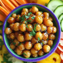 Um würzige Kichererbsen zuzubereiten, benötigen Sie die folgenden Hauptzutaten: - 1 Dose (15 oz) Kichererbsen, abgetropft und abgespült - 2 Esslöffel Olivenöl - 1 Esslöffel Ahornsirup - 1 Teelöffel geräuchertes Paprikapulver - 1 Teelöffel Cayennepfeffer (nach Geschmack anpassen) - 1/2 Teelöffel Knoblauchpulver - Salz nach Geschmack - Frische Petersilie, gehackt (zum Garnieren) Diese Zutaten bringen den perfekten Mix aus Süße und Schärfe. Kichererbsen sind der Hauptbestandteil und sorgen für die Basis. Ahornsirup fügt eine süße Note hinzu, die wunderbar mit den Gewürzen harmoniert. Um den Gesundheitswert zu steigern, können Sie einige Optionen hinzufügen: - Kreuzkümmel: Er bringt einen erdigen Geschmack und fördert die Verdauung. - Zimt: Ein Hauch von Zimt kann die Süße erhöhen und hat antioxidative Eigenschaften. - Chiasamen: Diese kleinen Samen sind reich an Ballaststoffen und Omega-3-Fettsäuren. Wenn Sie diese gesunden Zutaten hinzufügen, erhöhen Sie die Nährstoffe in Ihrem Snack. Die Gewürze in diesem Rezept haben viele Vorteile: - Geräuchertes Paprikapulver: Es gibt einen rauchigen Geschmack und hat entzündungshemmende Eigenschaften. - Cayennepfeffer: Dieser Pfeffer kann den Stoffwechsel ankurbeln und hat viele Vitamine. - Knoblauchpulver: Es gibt nicht nur Geschmack, sondern kann auch das Immunsystem stärken. Diese Gewürze machen die Kichererbsen nicht nur schmackhaft, sondern unterstützen auch Ihre Gesundheit. Für das vollständige Rezept, schauen Sie sich die Sektion "Full Recipe" an. Für die Vorbereitung der Kichererbsen beginne ich mit einer Dose Kichererbsen. Ich spüle sie gut ab, um überschüssige Natrium zu entfernen. Dann lasse ich sie in einem Sieb abtropfen. Das ist wichtig, damit die Kichererbsen gut rösten. Ich nehme eine mittelgroße Schüssel und gebe die Kichererbsen hinein. Jetzt füge ich 2 Esslöffel Olivenöl und 1 Esslöffel Ahornsirup hinzu. Die Mischung wird gleichmäßig verteilt. Dann kommen die Gewürze: 1 Teelöffel geräuchertes Paprikapulver, 1 Teelöffel Cayennepfeffer und 1/2 Teelöffel Knoblauchpulver. Ich rühre alles gut um, bis die Kichererbsen gleichmäßig bedeckt sind. Salz kommt nach Geschmack dazu. Jetzt ist der Ofen dran. Ich heize ihn auf 200°C (400°F) vor. Ein Backblech wird mit Backpapier ausgelegt. Ich verteile die Kichererbsen gleichmäßig auf dem Blech. Es ist wichtig, dass sie sich nicht übereinander stapeln. So werden sie schön knusprig. Dann röste ich die Kichererbsen für 25-30 Minuten. Nach der Hälfte der Zeit rühre ich sie um. So bräunen sie gleichmäßig. Wenn sie goldbraun sind, nehme ich sie aus dem Ofen. Ich lasse sie kurz abkühlen. Dann probiere ich sie und passe die Gewürze nach Bedarf an. Ich serviere die Kichererbsen in einer bunten Schüssel. Das sieht toll aus! Oft füge ich geschnittenes frisches Gemüse dazu. Eine Snack-Platte wird dadurch noch ansprechender. Du kannst die Kichererbsen auch als Topping für Salate verwenden. Sie geben einen knusprigen Biss. Wenn du mehr Ideen suchst, schau dir das Full Recipe an. Um die perfekte Konsistenz zu erreichen, rösten Sie die Kichererbsen gut. Achten Sie darauf, dass sie gleichmäßig verteilt sind. So werden sie rundum knusprig. Rühren Sie sie nach der Hälfte der Röstzeit um. Das hilft, sie goldbraun zu machen. Lassen Sie sie nach dem Rösten kurz abkühlen. So bleiben sie optimal knusprig. Die Gewürze sind wichtig für den Geschmack. Sie können die Menge an Cayennepfeffer anpassen, je nachdem, wie scharf Sie es mögen. Fügen Sie mehr Knoblauchpulver hinzu, wenn Sie den Knoblauchgeschmack lieben. Experimentieren Sie auch mit anderen Gewürzen. Zum Beispiel: Kreuzkümmel oder Curry können neue Aromen bringen. Seien Sie kreativ und finden Sie Ihre perfekte Mischung. Ein häufiger Fehler ist, die Kichererbsen nicht richtig abzutrocknen. Feuchtigkeit macht sie weich. Stellen Sie sicher, dass Sie die Kichererbsen gut abspülen und abtropfen lassen. Ein weiterer Fehler ist, sie zu lange zu rösten. Überwachen Sie sie gut. Verpassen Sie nicht die goldene Farbe, sonst werden sie bitter. Vermeiden Sie auch zu viel Öl, da dies die Kichererbsen matschig machen kann. {{image_4}} Ich liebe, wie einfach man dieses Rezept anpassen kann. Die Kichererbsen sind bereits vegan. Du kannst die Zutaten nach deinem Geschmack ändern. Wenn du keinen Ahornsirup willst, probiere Agavendicksaft. Das gibt auch eine süße Note. Um mehr Geschmack zu bekommen, füge verschiedene Gewürze hinzu. Zum Beispiel passt Kreuzkümmel toll zu Kichererbsen. Auch etwas Zwiebelpulver kann helfen. Wenn du es würziger magst, kannst du mehr Cayennepfeffer nehmen. Die Süße ist wichtig für den perfekten Biss. Wenn du es weniger süß magst, reduziere den Ahornsirup. Du kannst auch etwas Honig verwenden, wenn du nicht vegan bist. Ein Spritzer Zitronensaft kann die Süße ausbalancieren und frischen Geschmack bringen. Für die vollständige Rezeptanleitung, schaue dir die [Full Recipe] an. Um die Reste der würzigen Ahorn-gerösteten Kichererbsen zu lagern, lasse sie zuerst abkühlen. Danach lege sie in einen luftdichten Behälter. So bleiben sie frisch und knusprig. Du kannst auch einen Gefrierbeutel verwenden, um Platz zu sparen. Stelle sicher, dass du die Luft herausdrückst, bevor du den Beutel schließt. Die Kichererbsen bleiben bei richtiger Lagerung bis zu einer Woche frisch. Im Kühlschrank halten sie sich am besten. Wenn du sie im Gefrierfach lagerst, können sie bis zu drei Monate haltbar sein. Die Haltbarkeit ist wichtig, um den vollen Geschmack zu genießen. Wenn du die Kichererbsen länger als eine Woche lagerst, kann ihre Knusprigkeit leiden. Im Kühlschrank solltest du die Kichererbsen in einem luftdichten Behälter aufbewahren. Das hilft, die Feuchtigkeit fernzuhalten. Wenn du die Kichererbsen einfrierst, kannst du sie später einfach im Ofen aufbacken. So werden sie wieder knusprig. Achte darauf, sie vor dem Einfrieren gut zu verpacken. So bleibt der Geschmack erhalten, und du hast immer einen leckeren Snack zur Hand. Die Kichererbsen bleiben in einem luftdichten Behälter etwa eine Woche frisch. Sie sollten sie kühl und trocken lagern. Manchmal werden sie schneller weich, wenn sie der Luft ausgesetzt sind. Überprüfen Sie sie vor dem Essen. Wenn sie schal oder weich sind, entsorgen Sie sie. Ja, Sie können andere Hülsenfrüchte ausprobieren! Schwarze Bohnen oder grüne Erbsen bieten ebenfalls einen tollen Geschmack. Achten Sie darauf, die Kochzeit anzupassen. Jede Hülsenfrucht hat eine andere Textur und benötigt eine andere Zeit zum Rösten. Experimentieren Sie mit verschiedenen Sorten für neue Snacks. Ja, dieses Rezept ist gesund! Kichererbsen sind reich an Ballaststoffen und Proteinen. Sie enthalten auch viele wichtige Nährstoffe. Die Kombination aus Ahornsirup und Gewürzen gibt dem Snack Geschmack, ohne viele Kalorien hinzuzufügen. Sie sind eine gute Wahl für einen nahrhaften Snack. Genießen Sie sie ohne schlechtes Gewissen! Wenn Sie mehr erfahren möchten, schauen Sie sich das Full Recipe an und entdecken Sie, wie einfach es ist, diese tolle Snack-Idee zuzubereiten! Zusammenfassend haben wir die Hauptzutaten und die Vorteile der Gewürze für würzige Kichererbsen besprochen. Die Schritt-für-Schritt-Anleitung zeigt, wie man sie perfekt zubereitet. Mit Tipps und Tricks verbessern Sie die Konsistenz und vermeiden Fehler. Variationen bieten gesunde Optionen. Die Aufbewahrungshinweise helfen Ihnen, Reste lange zu genießen. Denken Sie daran, dass Kichererbsen nicht nur lecker sind, sondern auch gesund. Viel Spaß beim Ausprobieren!